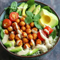 - 1 Dose (425 g) Kichererbsen, abgetropft und abgespült - 1 Tasse Quinoa - 1 Avocado, in Scheiben geschnitten - 1 Tasse Kirschtomaten, halbiert - 1 Tasse Babyspinat oder gemischte Blattsalate Die Hauptzutaten machen den Geschmack und die Textur dieses Buddha Bowls aus. Kichererbsen sind eine großartige Proteinquelle. Sie geben dir Energie und halten dich satt. Quinoa ist ein super Getreide, das glutenfrei und reich an Nährstoffen ist. Gemüse bringt Farbe und Frische in das Gericht. Avocado sorgt für Cremigkeit und gesunde Fette. Kirschtomaten fügen eine süße Note hinzu, während Spinat oder Blattsalate für einen knackigen Biss sorgen. - 2 Esslöffel Olivenöl - 1 Teelöffel geräuchertes Paprikapulver - 1 Teelöffel Kreuzkümmel - 1/2 Teelöffel Cayennepfeffer (nach Geschmack anpassen) - Salz und Pfeffer nach Geschmack - 1/4 Tasse Tahini - 2 Esslöffel Zitronensaft - 1 Esslöffel Ahornsirup oder Honig Die Gewürze bringen Würze und Tiefe in dein Gericht. Paprikapulver gibt einen rauchigen Geschmack. Kreuzkümmel hat einen warmen, erdigen Ton, der perfekt zu Kichererbsen passt. Cayennepfeffer sorgt für die gewünschte Schärfe. Das Dressing aus Tahini, Zitronensaft und Ahornsirup ist cremig und frisch. Es verbindet alle Zutaten und macht das Gericht besonders lecker. Für das vollständige Rezept, schau dir die Anleitung an. Heize deinen Ofen auf 220°C vor. Das sorgt dafür, dass die Kichererbsen schön knusprig werden. Nimm eine Dose Kichererbsen und spüle sie gut ab. Gib die abgetropften Kichererbsen in eine Schüssel. Füge 2 Esslöffel Olivenöl hinzu. Streue 1 Teelöffel geräuchertes Paprikapulver, 1 Teelöffel Kreuzkümmel und 1/2 Teelöffel Cayennepfeffer darüber. Schmecke mit Salz und Pfeffer ab. Mische alles gut, bis die Kichererbsen gleichmäßig bedeckt sind. Verteile die gewürzten Kichererbsen auf einem Backblech. Röste sie für 20 bis 25 Minuten. Schüttle das Blech nach der Hälfte der Zeit. So werden sie gleichmäßig knusprig. Achte darauf, dass die Kichererbsen goldbraun sind und du den leckeren Duft riechen kannst. Spüle 1 Tasse Quinoa unter kaltem Wasser ab. Das entfernt Bitterstoffe. Gib die Quinoa in einen Topf mit 2 Tassen Gemüsebrühe. Bringe die Mischung zum Kochen. Reduziere dann die Hitze und decke den Topf ab. Lass die Quinoa 15 Minuten köcheln, bis sie fluffig ist. Nimm den Topf vom Herd und lasse die Quinoa 5 Minuten ruhen. Lockere sie mit einer Gabel auf. In einer kleinen Schüssel vermenge 1/4 Tasse Tahini, 2 Esslöffel Zitronensaft und 1 Esslöffel Ahornsirup. Füge eine Prise Salz hinzu. Um die Konsistenz anzupassen, füge esslöffelweise Wasser hinzu. Das Dressing sollte gut fließfähig sein, aber nicht zu dünn. Nimm eine Schale und fülle sie mit Quinoa als Basis. Schichte dann die Babyspinatblätter darauf. Füge die gerösteten Kichererbsen hinzu und lege die Avocadoscheiben und die halbierten Kirschtomaten darüber. Zum Schluss gieße das Tahini-Dressing gleichmäßig über die Schale. Garniere das Gericht mit frischem Koriander oder Petersilie für einen zusätzlichen Farb- und Geschmacksakzent. Für das vollständige Rezept schaue dir die [Full Recipe] an. - Kichererbsen knusprig rösten: Röste die Kichererbsen bei 220°C. Achte darauf, sie gut zu würzen. Nach 10 Minuten schüttelst du das Blech, damit sie gleichmäßig knusprig werden. Sie sind perfekt, wenn sie goldbraun sind. - Quinoa optimal kochen: Spüle die Quinoa unter kaltem Wasser ab. Koche sie in Gemüsebrühe für besten Geschmack. Lass sie nach dem Kochen fünf Minuten ruhen. So wird sie fluffig und leicht. - Zusätzliche Gemüsesorten: Du kannst viele Gemüsesorten hinzufügen. Probiere Brokkoli, Paprika oder Zucchini. Diese geben Geschmack und Farbe. - Proteinquellen integrieren: Füge noch mehr Protein hinzu. Gegrilltes Hähnchen oder Tofu sind gute Optionen. Sie machen deine Bowl noch sättigender. - Mahlzeiten im Voraus planen: Bereite deine Zutaten am Sonntag vor. Koche die Quinoa und röste die Kichererbsen. So hast du schnelle Mahlzeiten für die Woche. - Portionierung und Zusammenstellung: Teile die Zutaten in Behälter auf. So kannst du sie einfach mitnehmen. Jeder kann seine eigene Bowl nach Lust und Laune zusammenstellen. {{image_4}} Nach dem Genuss deines Spicy Chickpea Buddha Bowl hast du wahrscheinlich Reste. Du kannst sie einfach im Kühlschrank aufbewahren. Fülle die Reste in einen luftdichten Behälter. So bleiben sie frisch. Die Reste halten sich etwa 3 bis 4 Tage. Wenn du die Reste länger aufbewahren möchtest, friere sie ein. Teile die Bowl in Portionen auf. Verwende gefriergeeignete Behälter oder Beutel. So kannst du sie bis zu 3 Monate lagern. Um die Frische zu sichern, prüfe die Kichererbsen und das Gemüse. Sie sollten fest und ohne dunkle Flecken sein. Wenn du das Gericht längere Zeit aufbewahrst, achte auf Veränderungen im Geruch oder Aussehen. Diese sind Zeichen, dass das Essen nicht mehr gut ist. Bei der Qualitätssicherung hilft es, das Dressing separat zu lagern. So bleibt die Bowl knackig und frisch. Wenn du diese Tipps befolgst, genießt du deinen Spicy Chickpea Buddha Bowl immer in bester Qualität. Wenn du Kichererbsen nicht magst, gibt es viele Alternativen. Du kannst schwarze Bohnen, Linsen oder Edamame verwenden. Jede dieser Optionen hat ihren eigenen Geschmack und Nährwert. Zum Beispiel, schwarze Bohnen sind reich an Ballaststoffen und Eiweiß. Um sie vorzubereiten, spüle sie einfach ab und koche sie kurz. Achte darauf, die Gewürze anzupassen, um den neuen Bohnen Geschmack zu ergänzen. Um das Gericht vegan zu machen, entferne alle tierischen Produkte. Das Tahini-Dressing ist schon vegan, aber du kannst Honig durch Agavendicksaft ersetzen. Verwende auch pflanzliche Brühe anstelle von Gemüsebrühe, wenn nötig. Das wird die vegane Note unterstreichen. Achte darauf, alle Zutaten zu überprüfen, um sicherzustellen, dass sie vegan sind. Ja, du kannst Quinoa durch Reis ersetzen. Brauner Reis ist eine gute Wahl, da er mehr Nährstoffe hat. Spüle den Reis gut ab, bevor du ihn kochst. Die Kochzeit wird sich jedoch ändern. Brauner Reis braucht etwa 40 bis 45 Minuten, während Quinoa nur 15 Minuten benötigt. Achte darauf, die Wassermenge anzupassen, damit der Reis weich wird. Eine Spicy Chickpea Buddha Bowl ist sehr gesund. Kichererbsen sind eine gute Eiweißquelle und haben viele Ballaststoffe. Quinoa bietet essentielle Aminosäuren und Mineralien. Die frischen Gemüse enthalten Vitamine und Antioxidantien. Diese Bowl kann helfen, dein Immunsystem zu stärken und deine Verdauung zu fördern. Der hohe Nährstoffgehalt macht sie zu einer tollen Wahl für eine gesunde Ernährung. - Würziges Kichererbsen Buddha Bowl 🥗 Die Zubereitung ist schnell und einfach. Du benötigst nur 10 Minuten für die Vorbereitung. Die gesamte Kochzeit beträgt etwa 30 Minuten. Das Rezept ergibt zwei Portionen, ideal für ein gesundes Mittagessen oder Abendessen. Serviervorschläge: Serviere das Buddha Bowl in tiefen Schalen. Ein Spritzer frischer Zitrone bringt zusätzlichen Geschmack. Schau dir das [Full Recipe] an, um alle Schritte im Detail zu sehen. Eine Buddha Bowl ist einfach zuzubereiten und nährstoffreich. Sie beinhaltet Kichererbsen, Quinoa und frisches Gemüse. Gewürze und ein gutes Dressing bringen den Geschmack. Wir haben verschiedene Schritte durchgegangen, um die Bowl perfekt zu machen. Tipps helfen dir, die Textur und die Vielfalt zu verbessern. Das Lagern der Reste ist einfach, sodass du lange Freude daran hast. Eine gesunde Ernährung muss nicht kompliziert sein. Mit diesen einfachen Schritten kannst du eine leckere und gesunde Mahlzeit zubereiten. Viel Spaß beim Ausprobieren!