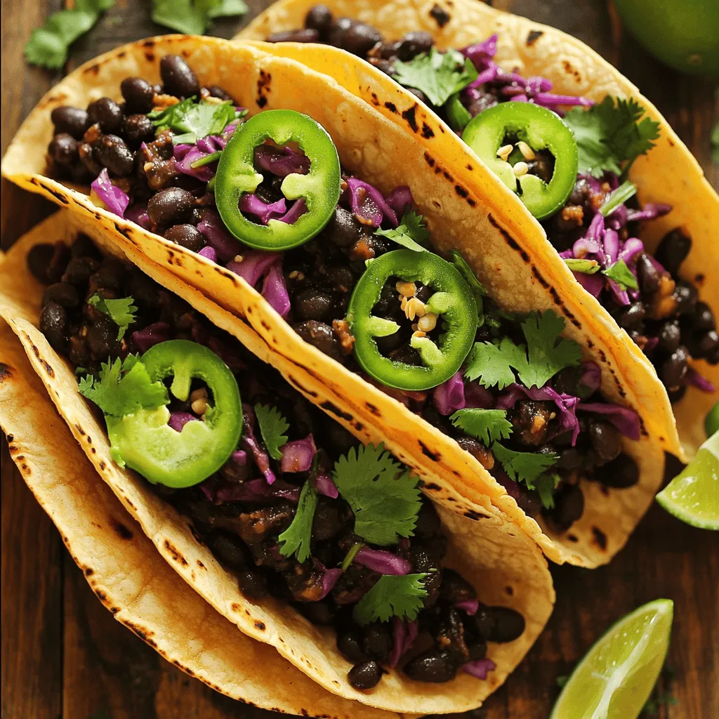 - 1 Dose schwarze Bohnen (425 g) - 8 kleine Maistortillas - 1 reife Avocado - 1 Tasse Rotkohl - 1/2 Tasse frischer Koriander Die Hauptzutaten sind einfach zu finden. Die schwarzen Bohnen sind der Star. Sie sind gesund und lecker. Maistortillas sind perfekt für Tacos. Avocados geben eine cremige Note. Rotkohl sorgt für einen knusprigen Biss. Der frische Koriander bringt Geschmack. - 1 Esslöffel Olivenöl - 1 Teelöffel gemahlener Kreuzkümmel - 1 Teelöffel geräuchertes Paprikapulver - 1/2 Teelöffel Cayennepfeffer Die Gewürze machen die Tacos besonders. Olivenöl bringt Geschmack und hilft beim Braten. Kreuzkümmel gibt einen warmen, erdigen Ton. Geräuchertes Paprikapulver fügt Tiefe hinzu. Cayennepfeffer gibt den Tacos die Schärfe. Du kannst die Menge anpassen, je nach deinem Geschmack. - 1 kleine Zwiebel - 2 Knoblauchzehen - 1 Jalapeño - Salz und Pfeffer nach Geschmack - Limettenviertel zum Servieren Die Zwiebel und der Knoblauch bringen Aroma. Die Jalapeño fügt eine angenehme Schärfe hinzu. Salz und Pfeffer sind wichtig für den Geschmack. Limettenviertel sind perfekt zum Träufeln. Sie bringen Frische in die Tacos. Für das vollständige Rezept schau dir die [Full Recipe] an. Zuerst wasche ich die Zwiebel, den Knoblauch und die Jalapeño. Ich schneide die Zwiebel in kleine Stücke. Dann hacke ich den Knoblauch. Für die Jalapeño entferne ich die Kerne und schneide sie klein. Die schwarzen Bohnen spüle ich in einem Sieb ab. Danach lasse ich sie gut abtropfen. Ich erhitze einen Esslöffel Olivenöl in einer mittelgroßen Pfanne. Sobald das Öl heiß ist, gebe ich die Zwiebel hinein. Ich brate sie für etwa drei bis vier Minuten, bis sie weich wird. Dann füge ich den gehackten Knoblauch und die Jalapeño-Stücke hinzu. Ich koche alles für ein bis zwei Minuten. Jetzt kommen die Bohnen in die Pfanne. Ich füge Kreuzkümmel, Paprikapulver, Cayennepfeffer, Salz und Pfeffer hinzu. Mit einer Gabel zerdrücke ich einige Bohnen leicht. Ich lasse die Mischung fünf Minuten köcheln, bis sie heiß ist. In einer anderen Pfanne erwärme ich die Maistortillas. Ich erhitze jede Tortilla für etwa 30 Sekunden auf jeder Seite. Wenn sie warm und biegsam sind, nehme ich sie heraus. Ich gebe einen Löffel der Bohnenmischung auf jede Tortilla. Dann garniere ich die Tacos mit Avocadoscheiben, Rotkohl und frischem Koriander. Limettenviertel serviere ich dazu, damit jeder nach Belieben darüber träufeln kann. Für das vollständige Rezept besuche bitte die Seite mit der vollständigen Anleitung. Um die Tacos schärfer zu machen, kannst du die Menge an Cayennepfeffer anpassen. Beginne mit einer kleinen Menge und taste dich nach oben. So findest du den perfekten Schärfegrad für deinen Geschmack. Ein anderer guter Trick ist das Hinzufügen von frischem Chili. Du kannst Jalapeños oder andere scharfe Chilis verwenden. Diese geben den Tacos noch mehr Geschmack und Würze. Die Art, wie du die Tortillas zubereitest, ist wichtig. Du kannst sie einfach nur erwärmen oder rösten. Das Rösten bringt einen tollen Geschmack und eine knusprige Textur. Ich empfehle, frische Tortillas zu verwenden. Sie sind weicher und schmecken besser. Du kannst sie in der Pfanne leicht anwärmen, damit sie biegsam und lecker bleiben. Das Aussehen der Tacos ist wichtig! Richte die Tacos auf bunten Tellern an. Ein schöner Teller macht das Essen noch mehr Spaß. Du kannst auch Extras als Beilage servieren. Limettenviertel, frischer Koriander oder Salsa sehen toll aus und schmecken gut dazu. So wird jede Mahlzeit zu einem kleinen Fest! {{image_4}} Für eine vegane Variante der Spicy Black Bean Tacos kannst du Kürbis oder Süßkartoffeln integrieren. Diese Gemüsesorten bringen eine süße Note und sind sehr nahrhaft. Wenn du keinen Schafkäse willst, verwende einfach pflanzlichen Käse. So bleibt der Geschmack frisch und lecker. Wenn du mehr Protein möchtest, füge Hähnchen oder Rindfleisch hinzu. Diese Fleischsorten geben den Tacos einen herzhaften Biss. Alternativ kannst du Tofu als Fleischalternative nutzen. Tofu nimmt die Aromen gut auf und ist eine tolle, gesunde Option. Serviere die Tacos mit Salsa oder Guacamole. Diese Beilagen bringen frische Aromen und machen die Tacos noch köstlicher. Zusätzliche Salate als Beilagen passen auch gut. Ein einfacher grüner Salat kann einen tollen Kontrast bieten. Experimentiere mit verschiedenen Kombinationen, um deine perfekten Tacos zu finden! - Aufbewahrung im Kühlschrank: Die Bohnenfüllung bleibt bis zu drei Tage frisch. Fülle sie in einen luftdichten Behälter. Achte darauf, sie gut abzudecken, damit sie nicht austrocknet. - Gefrieroptionen für die Bohnenmischung: Du kannst die Füllung auch einfrieren. Teile sie in Portionen auf und lege sie in Gefrierbeutel. So hast du immer einen schnellen Snack bereit. - Frischhalten von Tortillas: Bewahre Tortillas in ihrer originalen Verpackung oder in einem luftdichten Behälter auf. So bleiben sie weich und frisch. - Tipps zum Einfrieren: Um Tortillas einzufrieren, lege ein Stück Backpapier zwischen jede Tortilla. So kleben sie nicht zusammen. Sie halten bis zu drei Monate im Gefrierfach. - Maximaler Zeitraum im Kühlschrank: Die bereits gefüllten Tacos sind bis zu zwei Tage haltbar. Lagere sie in einem luftdichten Behälter. - Beste Möglichkeiten zur Wiedererwärmung: Erhitze die Tacos in einer Pfanne bei mittlerer Hitze. So bleiben die Tortillas knusprig. Du kannst auch die Mikrowelle nutzen, aber die Tortillas könnten weich werden. Die Zubereitung und das Kochen der Spicy Black Bean Tacos dauert insgesamt 25 Minuten. Die Vorbereitungszeit beträgt nur 10 Minuten. So kannst du schnell eine leckere Mahlzeit zubereiten. Du kannst die Bohnen mit einer Gabel zerdrücken und die Tortillas einfach erwärmen, während du die Füllung kochst. So sparst du Zeit und erhältst ein köstliches Gericht! Ja, du kannst die Bohnen selbst kochen! Verwende dazu getrocknete schwarze Bohnen. Weiche die Bohnen über Nacht in Wasser ein. Am nächsten Tag koche sie in frischem Wasser für etwa 1 bis 1,5 Stunden. Prüfe gelegentlich, ob sie weich sind. Nach dem Kochen kannst du die Bohnen wie in unserem Rezept verwenden. Dies gibt dir einen frischen Geschmack und mehr Kontrolle über die Zutaten. Um die Tacos glutenfrei zu machen, verwende glutenfreie Tortillas. Diese findest du in vielen Supermärkten. Achte darauf, dass die Tortillas aus Mais oder Reis bestehen. So kannst du die Tacos ohne Gluten genießen. Es ist wichtig, die Verpackung zu überprüfen, um sicherzustellen, dass sie wirklich glutenfrei sind. Zu Spicy Black Bean Tacos passen erfrischende Getränke gut. Probiere ein leichtes Bier oder einen Margarita-Cocktail. Auch Limonade mit einem Spritzer Limette passt perfekt. Wenn du etwas ohne Alkohol möchtest, ist sprudelndes Wasser mit Limette eine gute Wahl. Diese Getränke ergänzen die würzigen Aromen der Tacos wunderbar! Für das vollständige Rezept, schau dir die [Full Recipe] an. Die Zutaten für die Spicy Black Bean Tacos sind einfach und lecker. Wir haben schwarze Bohnen, frisches Gemüse, Gewürze und Tortillas verwendet. Ich habe erklärt, wie man die Füllung zubereitet und die Tacos anrichtet. Tipps zur Schärfe und Lagerung machen das Ganze einfacher. Diese Tacos sind anpassbar: vegan, proteinreich oder mit Beilagen. Experimentiere mit verschiedenen Zutaten, um dein perfektes Taco-Erlebnis zu finden. Frische und Geschmack machen diesen Genuss aus. Mach einige Tacos und teile sie mit Freunden!