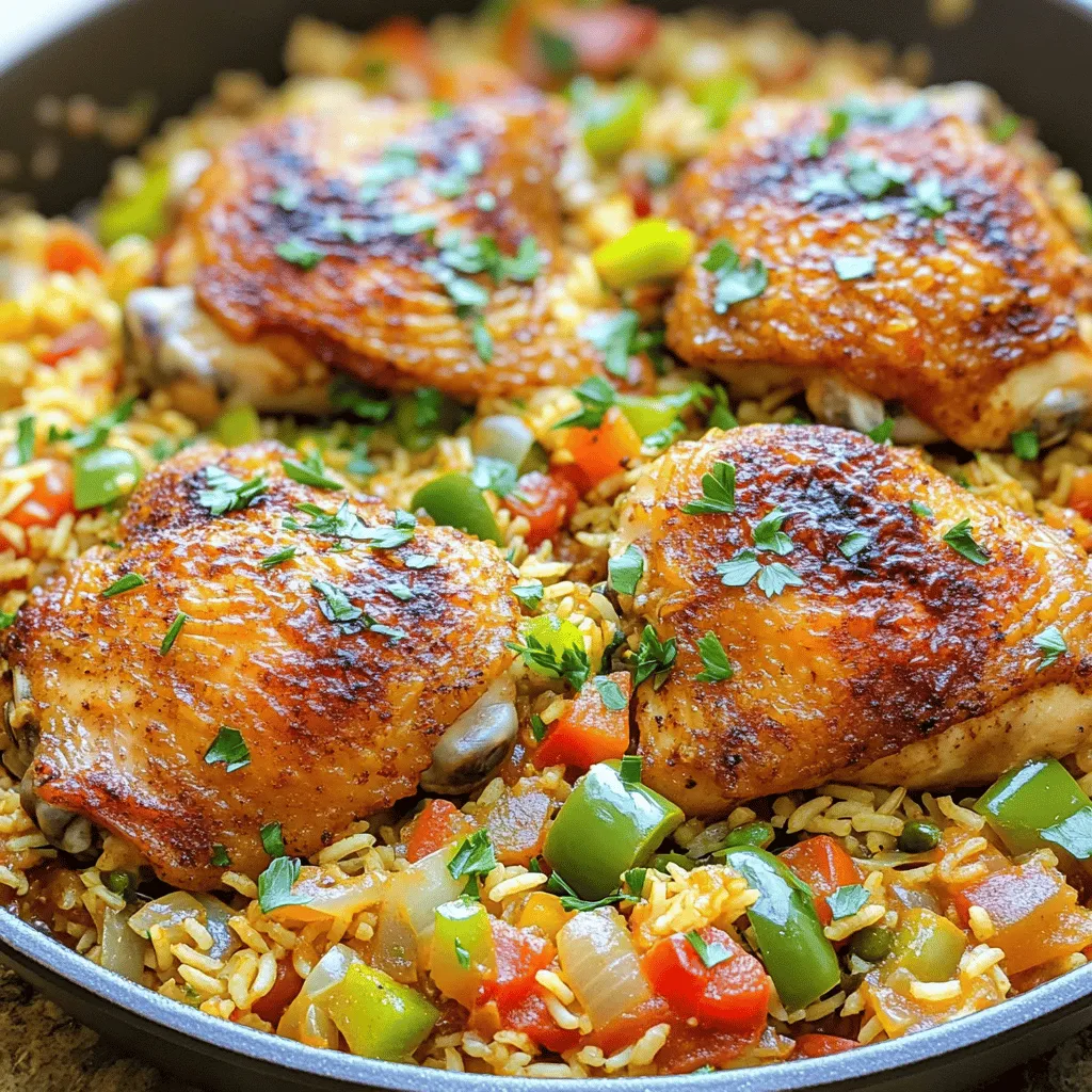 Für dieses Gericht benötigst du folgende Hauptzutaten: - 4 entbeinte, hautlose Hühnchenschenkel - 1 Esslöffel Olivenöl - 1 Paprika, gewürfelt (jede Farbe) - 1 kleine Zwiebel, gehackt - 2 Knoblauchzehen, fein gehackt - 1 Tasse Langkornreis - 2 Tassen Hühnerbrühe - 1 Dose (14,5 oz) gewürfelte Tomaten mit grünen Chilis - 1 Tasse gefrorene Erbsen - Salz und Pfeffer nach Geschmack - Frische Petersilie, gehackt (zur Garnitur) Diese Zutaten bringen viel Geschmack und Textur in dein Essen. Die Hühnchenschenkel sind zart und saftig. Paprika und Zwiebel sorgen für eine schöne Farbe und Süße. Reis nimmt die Aromen auf und macht das Gericht sättigend. Die Cajun-Gewürzmischung ist der Star in diesem Rezept. Sie bringt Schärfe und Tiefe. Füge sie einfach zu deinem Hühnchen hinzu, um den vollen Geschmack zu erhalten. Die Kombination von Knoblauch und Zwiebel verleiht dem Gericht einen tollen Grundgeschmack. Tomaten mit grünen Chilis fügen eine fruchtige Note hinzu. Dieser Mix macht das Essen lebendig. Zu diesem Gericht passen frische Salate oder einfaches Gemüse gut. Ein grüner Salat bringt Frische und Knackigkeit. Du kannst auch Brokkoli oder grüne Bohnen als Beilage wählen. Sie bieten einen schönen Kontrast zum würzigen Hühnchen und Reis. Wenn du mehr über die Zubereitung erfahren möchtest, schau dir das [Full Recipe] an. Zuerst tupfe die Hühnchenschenkel mit Papiertüchern trocken. Das hilft, die Haut knusprig zu machen. Dann reibe die Hühnchenschenkel gleichmäßig mit der Cajun-Gewürzmischung ein. Achte darauf, dass sie auf allen Seiten gut bedeckt sind. Diese Mischung bringt viel Geschmack in das Gericht. Erhitze das Olivenöl in einer großen Pfanne bei mittlerer bis hoher Hitze. Wenn das Öl heiß ist, füge die gewürzten Hühnchenschenkel hinzu. Brate sie etwa 4-5 Minuten auf jeder Seite an, bis sie goldbraun sind. Nimm das Hühnchen aus der Pfanne und stelle es aside. So bleibt es saftig, während du das Gemüse zubereitest. Gib die gehackte Zwiebel und die gewürfelte Paprika in die Pfanne. Sautiere das Gemüse etwa 3-4 Minuten, bis die Zwiebeln transparent sind. Füge den gehackten Knoblauch hinzu und brate ihn weitere 1 Minute an. Das gibt einen tollen Duft. Rühre dann den Reis ein und sorge dafür, dass er gut mit dem Öl und dem Gemüse bedeckt ist. Gieße die Hühnerbrühe und die gewürfelten Tomaten in die Pfanne. Rühre alles gut um und lege die angebratenen Hühnchenschenkel wieder hinein. Lass alles zusammen für 20-25 Minuten köcheln. Zum Schluss füge die gefrorenen Erbsen hinzu und rühre sie vorsichtig ein. Lass sie einige Minuten erhitzen. Für die genauen Mengen und Schritte kannst du das [Full Recipe] nachsehen. Um den Geschmack zu verbessern, fügen Sie frische Kräuter hinzu. Petersilie, Thymian oder Oregano bringen Frische. Ein Spritzer Zitrone sorgt für mehr Säure. Experimentieren Sie mit verschiedenen Paprika für eine schöne Farbvielfalt und einen süßeren Geschmack. Auch ein wenig Cayennepfeffer kann für mehr Schärfe sorgen. Ein häufiger Fehler ist, das Hühnchen zu früh zu garen. Achten Sie darauf, es goldbraun anzubraten, um die Aromen zu entwickeln. Verwenden Sie die richtige Menge Hühnerbrühe. Zu viel oder zu wenig kann die Konsistenz des Reises verändern. Lassen Sie das Gericht nach dem Kochen etwas ruhen. So setzen sich die Aromen gut. Eine große Pfanne ist wichtig für dieses Rezept. Sie ermöglicht ein gleichmäßiges Garen. Ein scharfes Messer hilft beim Zerkleinern des Gemüses. Ein Holzlöffel eignet sich gut zum Umrühren. Eine Küchenwaage ist nützlich, um die richtige Menge Reis zu messen. Diese Werkzeuge machen das Kochen einfacher und schneller. Für das gesamte Rezept finden Sie die Details in der Full Recipe. {{image_4}} Um Ein-Pfannen Cajun Hühnchen und Reis pflanzlich zu machen, tauschen Sie das Hühnchen gegen Tofu oder Tempeh aus. Schneiden Sie sie in Würfel und würzen Sie sie mit der Cajun-Gewürzmischung. Braten Sie sie in Olivenöl an, bis sie goldbraun sind. Verwenden Sie Gemüsebrühe, um den Reis zu kochen, und fügen Sie mehr Gemüse hinzu, wie Zucchini oder Karotten. So bleibt das Gericht bunt und schmackhaft. Sie möchten mehr Protein? Fügen Sie schwarze Bohnen oder Kichererbsen hinzu. Diese Hülsenfrüchte passen gut zu den Gewürzen. Sie können auch Garnelen verwenden. Sie kochen schnell und bringen einen tollen Geschmack. Achten Sie darauf, sie erst gegen Ende des Kochens hinzuzufügen, damit sie zart bleiben. Die Cajun-Gewürzmischung ist vielseitig. Experimentieren Sie mit anderen Gewürzen, um neue Aromen zu entdecken. Fügen Sie Paprika für Süße oder Kreuzkümmel für Wärme hinzu. Cayennepfeffer gibt einen scharfen Kick. Wenn Sie es milder mögen, verwenden Sie mehr Kräuter wie Thymian oder Oregano. So können Sie das Gericht nach Ihrem Geschmack anpassen. Sie können Reste von Ein-Pfannen Cajun Hühnchen und Reis bis zu drei Tage im Kühlschrank aufbewahren. Lagern Sie die Reste in einem luftdichten Behälter. So bleibt der Geschmack frisch und die Textur gut. Es ist wichtig, das Gericht vollständig abkühlen zu lassen, bevor Sie es in den Kühlschrank stellen. So vermeiden Sie Kondenswasser und Schimmel. Falls Sie das Gericht länger aufbewahren möchten, frieren Sie es ein. Teilen Sie das Essen in Portionen auf und nutzen Sie gefrierfeste Behälter oder Beutel. Achten Sie darauf, die Luft herauszudrücken, um Gefrierbrand zu vermeiden. So bleibt das Gericht bis zu drei Monate haltbar. Beschriften Sie die Beutel mit dem Datum, damit Sie wissen, wann Sie es eingefroren haben. Um Reste aufzuwärmen, benutzen Sie die Mikrowelle oder den Herd. Wenn Sie die Mikrowelle nutzen, erwärmen Sie das Gericht in kurzen Intervallen von 1-2 Minuten. Rühren Sie zwischendurch um, damit alles gleichmäßig heiß wird. Bei der Herdmethode geben Sie etwas Wasser oder Brühe in die Pfanne, um das Gericht feucht zu halten. Erwärmen Sie es bei mittlerer Hitze, bis es vollständig heiß ist. Vermeiden Sie Überhitzen, um die Textur nicht zu ruinieren. Die Gesamtkochzeit für dieses Gericht beträgt etwa 40 Minuten. Dazu gehören 10 Minuten für die Vorbereitung und 30 Minuten zum Kochen. Diese Zeit ist ideal für ein schnelles Abendessen nach einem langen Tag. Sie können das Gericht in einer großen Pfanne zubereiten, was die Reinigung erleichtert. Ja, Sie können dieses Gericht im Voraus zubereiten. Kochen Sie es einfach bis zur Fertigstellung und lassen Sie es abkühlen. Danach lagern Sie es in einem luftdichten Behälter im Kühlschrank. So bleibt der Geschmack frisch. Wenn Sie es später essen möchten, wärmen Sie es einfach in der Mikrowelle oder auf dem Herd auf. Verschiedene Beilagen passen gut zu Ein-Pfannen Cajun Hühnchen und Reis. Hier sind einige gute Optionen: - Gekochter Brokkoli: Er gibt einen schönen Kontrast. - Frischer Salat: Ein einfacher grüner Salat bringt Frische. - Maisbrot: Es ergänzt den Cajun-Geschmack perfekt. - Avocado-Scheiben: Für eine cremige Note. Für mehr Ideen, schauen Sie sich die [Full Recipe](#) an. Ein-Pfannen Cajun-Hühnchen und Reis ist einfach und lecker. Wir haben die Hauptzutaten und Gewürze besprochen. Die Schritt-für-Schritt-Anleitung macht die Zubereitung leicht. Tipps helfen Ihnen, Fehler zu vermeiden. Variationen bieten neue Geschmäcker. Sie wissen jetzt, wie Sie Reste lagern und aufwärmen. Kochen macht Spaß! Mit diesen Infos bereiten Sie das Gericht schnell und ohne Stress zu. Genießen Sie diese köstliche Mahlzeit!