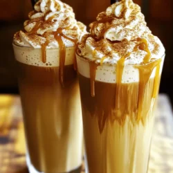 Um einen köstlichen Karamell Snickerdoodle Frappe zu machen, benötigen wir einige wichtige Zutaten: - 1 Tasse starker, abgekühlter Kaffee - 1 Tasse Milch (wahlweise Kuhmilch oder pflanzliche Milch) - 2 Esslöffel Karamellsauce, plus zusätzlich zum Drizzeln - 1 Esslöffel Zimtzucker (eine Mischung aus Zucker und gemahlenem Zimt) - 1/2 Teelöffel Vanilleextrakt - 1 Tasse Eiswürfel - Schlagsahne (zum Garnieren) - Eine Prise Meersalz Diese Zutaten bieten die perfekte Balance von süß und würzig. Der Kaffee gibt den nötigen Koffein-Kick. Die Karamellsauce bringt eine köstliche Süße. Zimtzucker fügt ein warmes Aroma hinzu, das an frisch gebackene Snickerdoodles erinnert. Falls du eine pflanzliche Milch verwenden möchtest, gibt es viele Optionen. Ich empfehle Mandel-, Hafer- oder Kokosmilch. Jede Sorte hat ihren eigenen Geschmack. Hafermilch macht die Frappe besonders cremig. Mandelmilch hat einen nussigen Geschmack. Kokosmilch gibt einen tropischen Touch. Probiere verschiedene Pflanzenmilchsorten aus, um deine ideale Kombination zu finden. Die Karamellsauce ist das Herzstück dieses Rezepts. Achte darauf, eine hochwertige Sauce zu wählen. Ich empfehle, nach handgemachten oder Bio-Optionen Ausschau zu halten. Diese sind oft reichhaltiger im Geschmack. Marken, die echte Vanille verwenden, sind ebenfalls eine gute Wahl. Du kannst auch selbst Karamellsauce zubereiten, um die Frische zu genießen. Einfach Zucker erhitzen, bis er schmilzt, dann Sahne und Butter hinzufügen. Das gibt dir den besten Geschmack für deinen Frappe. Du findest das vollständige Rezept für die Zubereitung im Abschnitt "Full Recipe". Um den perfekten Karamell Snickerdoodle Frappe zuzubereiten, brauchen wir einige wichtige Zutaten. Hier sind die Zutaten, die du bereitstellen musst: - 1 Tasse starker, abgekühlter Kaffee - 1 Tasse Milch (wahlweise Kuhmilch oder pflanzliche Milch) - 2 Esslöffel Karamellsauce, plus zusätzlich zum Drizzeln - 1 Esslöffel Zimtzucker (eine Mischung aus Zucker und gemahlenem Zimt) - 1/2 Teelöffel Vanilleextrakt - 1 Tasse Eiswürfel - Schlagsahne (zum Garnieren) - Eine Prise Meersalz Stelle sicher, dass alles frisch ist. Frische Zutaten sorgen für den besten Geschmack. Beginne mit dem Abkühlen des Kaffees. Warmer Kaffee macht die Frappe wässrig. Gib dann alle Zutaten in einen Mixer. Du fügst den Kaffee, die Milch, die Karamellsauce, den Zimtzucker, den Vanilleextrakt und die Eiswürfel hinzu. Mixe alles auf hoher Stufe. Du willst eine glatte und schaumige Mischung. Wenn du eine dickere Frappe magst, füge mehr Eis hinzu. Nach dem Mixen probiere die Mischung. Du kannst mehr Karamellsauce oder Zimtzucker hinzufügen, wenn du es süßer magst. Mixe erneut, bis alles gut vermischt ist. Jetzt kommt der schöne Teil! Lass etwas Karamellsauce an der Innenseite von zwei hohen Gläsern entlanglaufen. Das macht die Gläser ansprechend. Fülle die Frappe-Mischung gleichmäßig in die Gläser. Kröne jedes Glas mit einer großzügigen Portion Schlagsahne. Streue etwas Zimtzucker darüber für den extra Kick. Eine Prise Meersalz bringt einen tollen Kontrast. Das ist der perfekte Abschluss! Vergiss nicht, einen zusätzlichen Tropfen Karamellsauce über der Schlagsahne zu geben. Jetzt hast du einen köstlichen Karamell Snickerdoodle Frappe, den du genießen kannst! Du findest das komplette Rezept im Abschnitt über die Zutaten. Um die perfekte Konsistenz für deinen Karamell Snickerdoodle Frappe zu erreichen, achte darauf, die Menge an Eiswürfeln gut zu dosieren. Ich empfehle, mit einer Tasse zu starten. Mixe die Zutaten zunächst und überprüfe die Textur. Wenn du es dicker magst, füge mehr Eis hinzu. Ist es zu dick? Dann einfach etwas mehr Milch dazugeben. Der Zuckergehalt kann leicht angepasst werden. Magst du es süßer? Füge mehr Karamellsauce oder Zimtzucker hinzu. Wenn du es weniger süß magst, reduziere den Zuckergehalt. Es ist wichtig, die Mischung immer wieder zu probieren. So stellst du sicher, dass der Frappe genau nach deinem Geschmack wird. Garnierungen können den Frappe besonders machen. Probiere, die Schlagsahne mit gerösteten Nüssen oder Keksstücken zu bestreuen. Ein zusätzlicher Spritzer Karamellsauce sorgt für mehr visuelle Anziehungskraft. Du kannst auch etwas Kakao oder Zimt über die Schlagsahne streuen. So wird dein Getränk nicht nur lecker, sondern auch schön anzusehen. Für die komplette Anleitung schau dir das [Full Recipe] an. {{image_4}} Sie können diesen Karamell Snickerdoodle Frappe leicht anpassen. Für eine glutenfreie Version verwenden Sie reinen Zimtzucker. Achten Sie darauf, dass alle Zutaten keine Gluten enthalten. Für vegane Optionen wählen Sie pflanzliche Milch. Mandel- oder Hafermilch sind großartige Alternativen. Diese Milchsorten verleihen dem Frappe einen einzigartigen Geschmack. Verwenden Sie vegane Karamellsauce, um das Dessert komplett pflanzlich zu machen. So genießen alle den Frappe ohne Einschränkungen. Um den Frappe interessanter zu machen, fügen Sie zusätzliche Aromen hinzu. Probieren Sie einen Schuss Mandel- oder Haselnussaroma. Diese Aromen passen gut zu Karamell und Zimt. Eine Prise Muskatnuss kann auch einen neuen Twist geben. Für eine schokoladige Note fügen Sie etwas Kakao oder Schokoladensirup hinzu. Diese kleinen Änderungen machen Ihr Getränk ganz besonders. Wenn es heiß ist, ist eine Eiskaffee-Version perfekt. Bereiten Sie den Frappe wie gewohnt zu. Verwenden Sie gefrorene Kaffeewürfel anstelle von normalen Eiswürfeln. So bleibt der Geschmack stark, ohne verwässert zu werden. Sie können auch einen Schuss Espresso für mehr Kick hinzufügen. Garnieren Sie mit Schlagsahne und Karamellsauce. So wird Ihr Eiskaffee zum perfekten Sommergenuss. Für das vollständige Rezept, schauen Sie sich bitte die vorherige Sektion an. Falls du Reste vom Karamell Snickerdoodle Frappe hast, bewahre sie in einem luftdichten Behälter auf. Stelle sicher, dass der Behälter gut verschlossen ist, um die Frische zu erhalten. Du kannst die Frappe für bis zu zwei Tage im Kühlschrank lagern. Vor dem Trinken schüttle den Behälter gut. Manchmal trennt sich die Mischung ein wenig. Wenn du die Frappe wieder aufleben lassen möchtest, füge etwas frischen Kaffee oder Milch hinzu. Mixe die Mischung erneut, bis sie wieder schaumig ist. Wenn die Konsistenz zu dick ist, kommen ein paar Eiswürfel gut. Das gibt der Frappe ihre frischere Textur zurück. Die Haltbarkeit der Zutaten ist wichtig. Abgekühlter Kaffee bleibt etwa drei Tage im Kühlschrank frisch. Milch sollte in der Regel innerhalb von fünf bis sieben Tagen verbraucht werden, je nach Haltbarkeit. Karamellsauce kann bis zu einem Monat halten, wenn sie gut verschlossen ist. Achte auf das Mindesthaltbarkeitsdatum, um die beste Qualität zu gewährleisten. Ja, du kannst diesen Karamell Snickerdoodle Frappe im Voraus zubereiten. Mixe die Zutaten und stelle die Mischung in den Kühlschrank. Sie bleibt frisch für bis zu zwei Tage. Wenn du bereit bist, sie zu genießen, rühre sie gut um. Du kannst auch Eiswürfel hinzufügen, um die Kälte zu verstärken. Achte darauf, die Schlagsahne erst kurz vor dem Servieren hinzuzufügen. So bleibt sie frisch und lecker. Für den besten Geschmack wähle starken, abgekühlten Kaffee. Espresso ist eine hervorragende Wahl. Er gibt der Frappe einen kräftigen Kick. Du kannst auch kalt gebrühten Kaffee verwenden. Dieser ist milder und hat weniger Bitterkeit. Experimentiere mit verschiedenen Sorten, um deinen Liebling zu finden. Vermeide schwachen Kaffee, da er den Geschmack verwässert. Der Karamell Snickerdoodle Frappe ist nicht kalorienarm, aber du kannst ihn anpassen. Verwende fettarme Milch oder pflanzliche Milch für weniger Kalorien. Reduziere die Karamellsauce und den Zimtzucker, um die Süße zu verringern. Achte darauf, die Schlagsahne sparsam zu verwenden. So kannst du den Genuss genießen, ohne zu viele Kalorien aufzunehmen. Es ist wichtig, in Maßen zu genießen. Der Karamell Snickerdoodle Frappe ist einfach zuzubereiten. Wir haben die Hauptzutaten, Alternativen und Tipps zur perfekten Konsistenz behandelt. Die Variationen und Lagerungshinweise helfen dir, das Beste aus diesem Rezept herauszuholen. Probier es aus und passe die Aromen nach deinem Geschmack an. So kreierst du ein köstliches Getränk, das immer gut ankommt! Mach es zu deiner neuen Lieblingsleckerei.