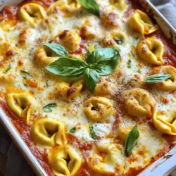 Für dieses einfache und leckere Gericht brauchen Sie nur ein paar Hauptzutaten. Hier ist die Liste: - 1 Packung (250 g) Käsetortellini, frisch oder gefroren - 500 ml Marinara-Sauce - 250 g Ricottakäse - 250 g geriebener Mozzarella-Käse - 125 g geriebener Parmesan-Käse - 1 Teelöffel italienische Gewürzmischung - 1/2 Teelöffel Knoblauchpulver - Salz und Pfeffer nach Geschmack - Frische Basilikumblätter zur Garnitur Diese Zutaten sorgen für einen tollen Geschmack und eine cremige Textur. Die Käsetortellini bieten eine weiche Füllung, die perfekt mit der Marinara-Sauce harmoniert. Ricotta und Mozzarella geben dem Gericht die gewünschte Cremigkeit. Parmesan bringt eine schöne Salzigkeit, die alles abrundet. Käsegebackene Tortellini sind nicht nur lecker, sondern haben auch viel gemeinsam mit anderen beliebten Pasta-Gerichten. Viele Rezepte nutzen ähnliche Zutaten, wie Tomatensauce und Käse. Die Kombination von Pasta, Sauce und Käse ist ein Klassiker in der italienischen Küche. Pasta-Aufläufe sind oft herzhaft und sättigend. Sie eignen sich hervorragend für Familienessen oder gemütliche Abende mit Freunden. Wie bei Lasagne oder Nudelaufläufen können Sie die Füllung leicht variieren. So bleibt das Gericht spannend und neu. Beim Einkauf sollten Sie auf die Qualität der Zutaten achten. Hier sind einige Tipps: - Wählen Sie frische Tortellini, wenn möglich. Sie haben einen besseren Geschmack. - Achten Sie darauf, dass die Marinara-Sauce keine künstlichen Zusatzstoffe enthält. Eine gute Sauce bringt viel Aroma. - Kaufen Sie frischen Ricotta und Mozzarella. Diese Käsesorten sollten cremig und feucht sein. - Parmesan sollte frisch gerieben oder am Stück gekauft werden. So bleibt der Geschmack intensiver. Frische Zutaten machen einen großen Unterschied. Sie helfen, das Gericht noch schmackhafter zu machen. Wenn Sie diese Tipps befolgen, wird Ihr Käsegebackene Tortellini noch besser. Holen Sie sich die besten Zutaten für das beste Ergebnis! Zuerst heizen wir den Ofen auf 190 °C vor. Das ist wichtig, um die Tortellini perfekt zu backen. Kochen Sie dann 250 g Käsetortellini in leicht gesalzenem Wasser. Folgen Sie den Anweisungen auf der Verpackung, bis sie al dente sind. Nach dem Kochen, gießen Sie die Tortellini ab und stellen Sie sie zur Seite. In einer großen Schüssel vermischen Sie die Tortellini mit 500 ml Marinara-Sauce. Fügen Sie 250 g Ricottakäse, 1 Teelöffel italienische Gewürzmischung und 1/2 Teelöffel Knoblauchpulver hinzu. Schmecken Sie mit Salz und Pfeffer ab. Rühren Sie alles gut um, bis die Zutaten gleichmäßig verteilt sind. Geben Sie die Hälfte der Mischung in eine gefettete Auflaufform. Streuen Sie die Hälfte von 250 g geriebenem Mozzarella und 125 g geriebenem Parmesan über die Tortellini. Fügen Sie die restliche Mischung hinzu. Bestreuen Sie die Oberseite mit dem restlichen Mozzarella und Parmesan. Decken Sie die Auflaufform mit Aluminiumfolie ab. Backen Sie die Tortellini für 20 Minuten. Danach entfernen Sie die Folie. Backen Sie die Tortellini weitere 10 bis 15 Minuten, bis der Käse sprudelt und leicht goldbraun ist. Diese Schritte sind entscheidend für eine köstliche Käsekruste. Lassen Sie das Gericht einige Minuten abkühlen. Dies hilft, dass sich die Aromen setzen. Servieren Sie die Käsegebackenen Tortellini in tiefen Tellern. Garnieren Sie das Gericht mit frischen Basilikumblättern. Ein Hauch von frisch gemahlenem Pfeffer bringt zusätzlichen Geschmack. Für die gesamte Zubereitung und genaue Mengen, sehen Sie sich das Full Recipe an. Einer der häufigsten Fehler ist, die Tortellini zu lange zu kochen. Sie sollten al dente sein, also bissfest. Wenn sie zu weich sind, werden sie matschig. Ein weiterer Fehler ist, die Käse-Schichten nicht gleichmäßig zu verteilen. Verteile den Käse gut, damit er überall schmilzt. Achte auch darauf, die Folie während des Backens rechtzeitig zu entfernen. So erhält der Käse die perfekte goldene Kruste. Für dieses Rezept sind frische Käsesorten wichtig. Mozzarella gibt die beste Schmelzqualität. Parmesan bringt einen herzhaften Geschmack. Ich empfehle, hochwertigen Ricotta zu wählen. Dies verbessert die Textur und den Geschmack. Du kannst auch experimentieren. Füge einen würzigen Käse wie Gouda hinzu. Das gibt dem Gericht eine neue, leckere Note. Für vegane Optionen kannst du pflanzliche Tortellini und Käse verwenden. Es gibt viele leckere Alternativen auf dem Markt. Glutenfreie Tortellini findet man ebenfalls leicht. Achte beim Kauf auf glutenfreie Produkte. Für eine proteinreiche Version kannst du Hühnchen oder Tofu hinzufügen. Diese Anpassungen machen das Gericht für jeden geeignet. Denke daran, die Gewürze nach deinem Geschmack anzupassen. {{image_4}} Du kannst Käsegebackene Tortellini leicht anpassen. Gemüse oder Fleisch macht dein Gericht noch besser. Probiere Spinat, Zucchini oder Pilze. Diese Zutaten bringen Farbe und Nährstoffe. Für Fleisch, füge Hähnchen oder Hackfleisch hinzu. Brate das Fleisch vorher an. Das gibt mehr Geschmack und macht das Gericht sättigender. Die Gewürze sind wichtig für den Geschmack. Du kannst die italienische Gewürzmischung ändern. Füge mehr Oregano oder Thymian hinzu. Für etwas Schärfe, probiere rote Pfefferflocken. Diese kleinen Anpassungen machen viel aus. Es ist spannend, verschiedene Geschmäcker zu testen. Käse ist das Herzstück dieses Rezepts. Du kannst verschiedene Käsesorten nutzen, um neue Aromen zu entdecken. Probiere Gouda oder Cheddar. Diese Käsesorten schmelzen gut und bringen einen anderen Geschmack. Mische sie mit Mozzarella und Parmesan für die beste Käsekruste. Denke daran, die Käsesorten zu variieren, um dein Gericht aufregend zu halten. Um die restlichen Käsegebackenen Tortellini frisch zu halten, lasse die Tortellini zuerst auf Zimmertemperatur abkühlen. Danach fülle sie in einen luftdichten Behälter. Stelle sicher, dass der Behälter gut verschlossen ist. Dies verhindert, dass die Tortellini austrocknen oder Gerüche aufnehmen. Du kannst sie bis zu drei Tage im Kühlschrank aufbewahren. Wenn du die Tortellini wieder aufwärmen möchtest, nutze den Ofen oder die Mikrowelle. Für den Ofen: Heize ihn auf 180 °C vor. Lege die Tortellini in eine Auflaufform und decke sie mit Alufolie ab. Erwärme sie etwa 15 Minuten, bis sie warm sind. Wenn du die Mikrowelle verwendest, lege die Tortellini in eine mikrowellengeeignete Schüssel. Füge einen Esslöffel Wasser hinzu und decke die Schüssel ab. Erwärme sie in 1-Minuten-Intervallen, bis sie heiß sind. Im Kühlschrank halten sich die Käsegebackenen Tortellini bis zu drei Tage. Im Gefrierschrank kannst du sie bis zu zwei Monate lagern. Um sie einzufrieren, teile die Tortellini in Portionen auf und fülle sie in gefriergeeignete Beutel. Entferne so viel Luft wie möglich, um Gefrierbrand zu vermeiden. Wenn du bereit bist, sie zu essen, taue sie im Kühlschrank auf, bevor du sie wieder erhitzt. Die Zubereitung der käsegebackenen Tortellini dauert insgesamt etwa 40 Minuten. Davon sind 10 Minuten für die Vorbereitung und 30 Minuten für das Backen und Kochen der Tortellini. Es ist einfach und schnell, besonders wenn man die Schritte befolgt. Ja, du kannst die Tortellini im Voraus zubereiten. Koche die Tortellini und mische sie mit der Sauce. Du kannst die Mischung in eine Auflaufform geben und sie bis zu einem Tag im Kühlschrank aufbewahren. Backe sie einfach, wenn du bereit bist. So sparst du Zeit, wenn Gäste kommen oder du einen schnellen Abendessen brauchst. Viele Gemüsesorten passen gut zu käsegebackenen Tortellini. Du kannst Spinat, Zucchini oder Brokkoli verwenden. Diese Gemüse geben nicht nur Geschmack, sondern auch Farbe. Du kannst sie einfach in die Tortellini-Mischung einrühren, bevor du sie backst. So hast du eine leckere, gesunde Mahlzeit. Käsegebackene Tortellini sind ein Genuss. Wir haben die wichtigsten Zutaten, Tipps und Variationen betrachtet. Achte beim Einkaufen auf Frische. Befolge die Schritte genau für perfekte Ergebnisse. Vermeide häufige Fehler, um wirklich zu glänzen. Experimentiere mit Käse und Gemüse nach deinem Geschmack. Lagere Reste richtig, damit sie frisch bleiben. Mit diesen Informationen gelingt dir jedes Mal ein tolles Gericht. Viel Spaß beim Kochen und Experimentieren!
