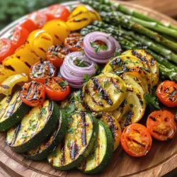 - Zucchini, Paprika, rote Zwiebel, Cherrytomaten und Spargel - Olivenöl, Zitronensaft, Gewürze und frische Kräuter - Salz und Pfeffer Für dieses Rezept benötigst du frisches Gemüse. Zucchini gibt dem Gericht eine zarte Textur. Paprika fügt eine süße Note hinzu. Rote Zwiebeln bringen einen milden Geschmack. Cherrytomaten sind saftig und süß. Spargel sorgt für einen knackigen Biss. Dann brauchst du einige Grundzutaten. Olivenöl ist wichtig für die Marinade. Zitronensaft bringt Frische ins Gericht. Gewürze wie Oregano und Thymian geben mehr Geschmack. Frische Kräuter machen das Gericht lebendig. Salz und Pfeffer runden alles ab. Die Auswahl dieser Zutaten ist entscheidend. Frisches Gemüse sorgt für den besten Geschmack. Achte darauf, dass alles in guter Qualität ist. So wird dein gegrilltes Gemüse lecker und gesund. Wenn du mehr über die Zubereitung erfahren möchtest, schau dir das [Full Recipe] an. Beginne mit der Marinade. Nimm eine große Schüssel. Vermische 3 Esslöffel Olivenöl, 3 Esslöffel Zitronensaft, 2 Teelöffel Oregano, 2 Teelöffel Thymian und 2 gehackte Knoblauchzehen. Füge Salz und Pfeffer nach Geschmack hinzu. Rühre alles gut um. Jetzt kommen die Gemüse. Füge die Zucchini, Paprika, rote Zwiebel, Cherrytomaten und Spargel hinzu. Mische alles gründlich. So wird das Gemüse gleichmäßig mit der Marinade überzogen. Lasse das Gemüse mindestens 30 Minuten marinieren. Für mehr Geschmack kannst du es auch länger im Kühlschrank lassen. Jetzt ist es Zeit, den Grill vorzubereiten. Heize den Grill auf mittelhohe Hitze vor. Das sorgt dafür, dass das Gemüse gleichmäßig gart. Wenn du einen Grillkorb verwendest, öle ihn leicht ein. Das verhindert, dass das Gemüse kleben bleibt. So wird das Grillen einfacher und macht mehr Spaß. Legen das marinierte Gemüse auf den Grill. Wenn du einen Grillkorb benutzt, lege ihn direkt auf den Grill. Grill das Gemüse etwa 10 bis 15 Minuten. Wende das Gemüse gelegentlich. So wird es zart und leicht angebräunt. Achte darauf, dass es nicht anbrennt. Wenn es fertig ist, nimm das Gemüse vom Grill. Überführe es auf eine Servierplatte und genieße dein köstliches, gegrilltes Gemüse! Für das vollständige Rezept, schau dir die Anleitung an. Um das Gemüse richtig zu marinieren, sollten Sie es mindestens 30 Minuten einlegen. Dies hilft, den vollen Geschmack zu entfalten. Wenn Sie mehr Zeit haben, marinieren Sie das Gemüse für einige Stunden. So wird der Geschmack noch intensiver. Frische Kräuter sind immer besser als getrocknete. Sie geben mehr Aroma und einen lebendigeren Geschmack. Verwenden Sie frische Petersilie, Oregano und Thymian, um eine schöne Frische zu erreichen. Wenn Sie keine frischen Kräuter haben, sind getrocknete Kräuter auch in Ordnung, aber der Geschmack wird nicht so stark sein. Ein Grillkorb ist ideal für kleinere Gemüsestücke. Er verhindert, dass das Gemüse durch den Grillrost fällt. So bleibt alles schön an Ort und Stelle. Die Temperatur ist wichtig. Grillen Sie das Gemüse bei mittelhoher Hitze. Das sorgt für gleichmäßiges Garen. Wenn die Hitze zu hoch ist, kann das Gemüse außen verbrennen, während es innen hart bleibt. Kontrollieren Sie das Gemüse und wenden Sie es regelmäßig, um ein perfektes Ergebnis zu erzielen. {{image_4}} Für gegrilltes Gemüse gibt es viele Optionen. Zucchini, Paprika und Spargel sind die klassischen Zutaten. Aber du kannst auch andere Gemüsesorten verwenden. - Auberginen: Diese haben einen tollen Geschmack und eine schöne Textur. - Pilze: Sie nehmen die Marinade gut auf und geben viel Geschmack. - Karotten: Sie sind süß und knusprig, wenn sie gegrillt werden. - Brokkoli: Die Röschen werden zart und leicht geröstet. Es ist auch wichtig, saisonale Gemüse zu nutzen. Im Sommer sind frische Tomaten und Zucchini toll. Im Herbst kannst du Kürbis oder Rosenkohl ausprobieren. Diese frischen Zutaten machen dein Gericht noch besser. Die Kräuter und Gewürze bringen den Geschmack in dein Gericht. Du kannst mit verschiedenen Kräutern spielen, um neue Aromen zu entdecken. - Basilikum: Es bringt einen frischen, süßen Geschmack. - Rosmarin: Dies gibt dem Gemüse einen kräftigen, erdigen Ton. - Kreuzkümmel: Er fügt eine warme, würzige Note hinzu. Wenn du es schärfer magst, füge etwas Chili oder Pfeffer hinzu. Ein Hauch von Cayennepfeffer kann das Gemüse aufpeppen. Experimentiere mit den Gewürzen, um deinen perfekten Geschmack zu finden. Für die vollständige Rezeptanleitung schaue dir die [Full Recipe] an. Wenn du noch Gemüse übrig hast, lasse es zuerst abkühlen. Danach lege es in einen luftdichten Behälter. So bleibt es frisch. Im Kühlschrank bleibt das Gemüse etwa drei bis fünf Tage haltbar. Achte darauf, dass der Behälter gut verschlossen ist. So vermeidest du, dass das Gemüse austrocknet oder Gerüche annimmt. Wenn du das Gemüse länger aufbewahren möchtest, kannst du es einfrieren. Achte darauf, dass du das Gemüse richtig einfrierst. Am besten portionierst du es in kleinen Mengen. Verwende dafür gefriergeeignete Beutel oder Behälter. Wenn du bereit bist, das Gemüse zu nutzen, hole es aus dem Gefrierfach. Lasse es im Kühlschrank über Nacht auftauen. Du kannst es auch direkt grillen, aber die Grillzeit kann etwas länger sein. So bleibt der Geschmack frisch und lecker. Das Gemüse sollte mindestens 30 Minuten marinieren. So kann es den Geschmack der Marinade aufnehmen. Für einen intensiveren Geschmack empfehle ich, das Gemüse einige Stunden im Kühlschrank zu lassen. So entfaltet sich das Aroma besonders gut. Ja, du kannst das Gemüse auch im Ofen zubereiten. Heize deinen Ofen auf 200 Grad Celsius vor. Lege das marinierte Gemüse auf ein Blech. Stelle sicher, dass die Stücke nicht übereinander liegen. Backe das Gemüse dann 20 bis 25 Minuten. Wende es einmal, damit es gleichmäßig gart. Gegrilltes Gemüse passt gut zu vielen Beilagen. Du kannst es mit Quinoa oder Reis servieren. Auch Pasta oder ein frischer Salat sind tolle Optionen. Wenn du möchtest, kannst du auch gegrilltes Fleisch oder Fisch dazu reichen. Gegrilltes Gemüse ist gesund und nährstoffreich. Es enthält viele Vitamine und Ballaststoffe. Die Mischung aus Zucchini, Paprika und Tomaten bietet Antioxidantien. Diese helfen, das Immunsystem zu stärken. Die Olivenöl-Marinade liefert gesunde Fette. Insgesamt ist dieses Gericht gut für eine ausgewogene Ernährung. Du kannst die vollständige Rezeptbeschreibung für Zitronen-Kräuter Gegrilltes Gemüse in diesem Artikel finden. Sie enthält alle Schritte, die du benötigst, um dieses leckere Gericht zuzubereiten. Grillgemüse ist einfach und gesund. Wir haben die besten Zutaten, wie Zucchini und Paprika, besprochen. Die Marinade mit Olivenöl und Zitronensaft gibt einen tollen Geschmack. Das richtige Grillen und die Tipps helfen, perfekt zu kochen. Variationen machen das Rezept spannend. Auch Tipps zur Lagerung und häufige Fragen haben wir behandelt. Ich hoffe, diese Anleitung inspiriert dich, dein Gemüse ganz neu zu genießen. Grill gut und viel Spaß!
