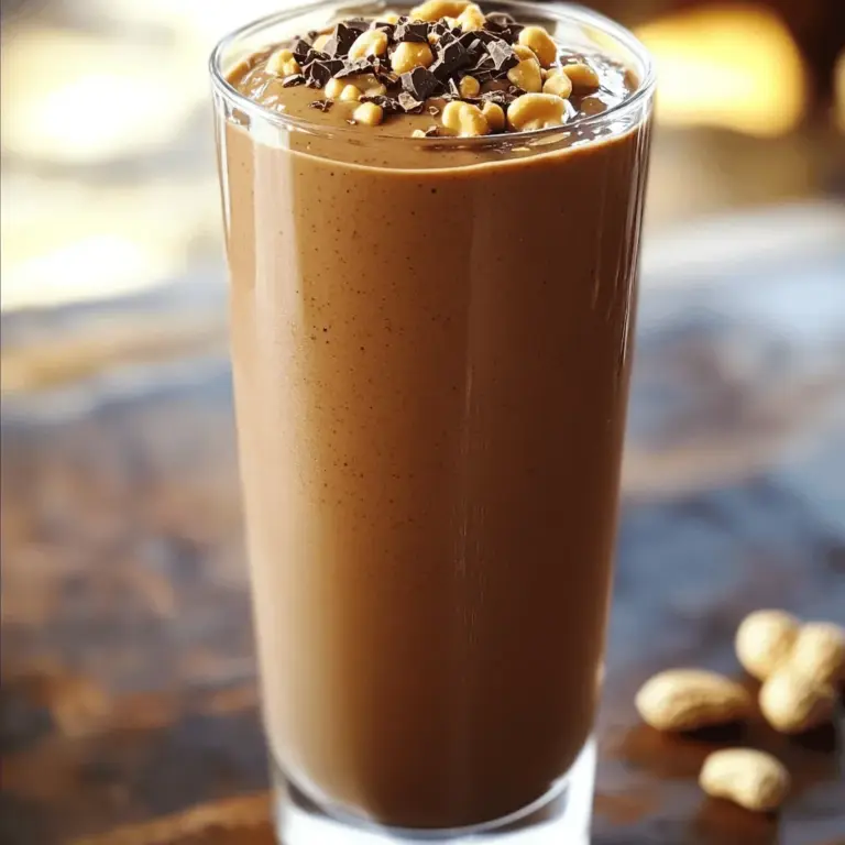Für diesen leckeren Schokoladen-Erdnussbutter-Smoothie benötigst du einige Hauptzutaten: - 1 gefrorene Banane - 2 Esslöffel Erdnussbutter (natürlich oder crunchy) - 2 Esslöffel ungesüßtes Kakaopulver Die gefrorene Banane macht deinen Smoothie cremig und süß. Erdnussbutter bringt den nussigen Geschmack. Das Kakaopulver fügt die schokoladige Note hinzu. Diese Zutaten bilden die Basis für einen köstlichen und gesunden Snack. Jetzt kommen die flüssigen Zutaten und optionalen Süßungsmittel: - 1 Tasse Mandelmilch (oder andere Milch) - 1 Esslöffel Honig oder Ahornsirup (optional für zusätzliche Süße) - 1/2 Teelöffel Vanilleextrakt Mandelmilch macht den Smoothie leicht und schmackhaft. Der Honig oder Ahornsirup fügt eine süße Note hinzu, die du nach deinem Geschmack anpassen kannst. Der Vanilleextrakt bringt eine warme Tiefe in den Mix. Zum Schluss gibt es noch einige zusätzliche Zutaten, die den Smoothie aufwerten: - Eine Prise Meersalz - Eiswürfel (optional, für eine dickere Konsistenz) Meersalz hebt den Geschmack der Schokolade und der Erdnüsse hervor. Wenn du deinen Smoothie kälter und dicker magst, füge einige Eiswürfel hinzu. So wird der Smoothie zu einer erfrischenden Energiequelle. Für die vollständige Anleitung, schau dir das Rezept an: [Full Recipe]. - Banane vorbereiten: Nimm eine gefrorene Banane aus dem Gefrierfach. Lass sie ein paar Minuten antauen. Schneide sie in Stücke, damit sie leichter zu mixen ist. - Erdnussbutter und Kakaopulver abmessen: Miss zwei Esslöffel Erdnussbutter ab. Dann nimm zwei Esslöffel ungesüßtes Kakaopulver. Diese Zutaten geben dem Smoothie seinen tollen Geschmack. - Zutaten in den Mixer geben: Gib die vorbereiteten Bananenstücke, Erdnussbutter, Kakaopulver und eine Tasse Mandelmilch in den Mixer. Du kannst auch einen Esslöffel Honig oder Ahornsirup für zusätzliche Süße hinzufügen. Vergiss nicht den Vanilleextrakt und eine Prise Meersalz. - Mixen bis zur gewünschten Konsistenz: Schalte den Mixer ein und mixe alles auf hoher Stufe. Mixe, bis die Mischung glatt und cremig ist. Wenn du es dicker magst, füge ein paar Eiswürfel hinzu und mixe erneut. - Smoothie in Glas gießen: Nimm ein hohes Glas oder eine Schüssel und gieße den fertigen Smoothie hinein. - Garnieren mit Kakaonibs oder Erdnüssen: Du kannst den Smoothie mit Kakaonibs oder zerdrückten Erdnüssen garnieren. Das sieht schön aus und gibt extra Crunch. Für das vollständige Rezept kannst du [Full Recipe] besuchen. Ein Hochleistungsmixer macht einen großen Unterschied. Er zerkleinert die Zutaten gut und sorgt für eine cremige Textur. Wenn Sie nur einen normalen Mixer haben, mixen Sie in kleineren Portionen. Das hilft, die Zutaten gleichmäßig zu vermischen. Manchmal bleibt die Erdnussbutter am Boden kleben. Schütteln Sie den Mixer leicht oder rühren Sie mit einem Löffel nach. Die Konsistenz Ihres Smoothies ist wichtig. Mögen Sie es dick? Fügen Sie mehr Eiswürfel hinzu. Das macht den Smoothie kälter und cremiger. Wenn Sie es flüssiger mögen, verwenden Sie weniger Eis. Sie können auch mehr Mandelmilch hinzufügen. Das hilft, die gewünschte Textur zu erreichen. Für einen süßeren Geschmack können Sie Honig oder Ahornsirup hinzufügen. Beginnen Sie mit einem Esslöffel und probieren Sie den Smoothie. Fügen Sie mehr hinzu, wenn nötig. Sie können auch Variationen ausprobieren. Eine Prise Zimt oder etwas Kokosnuss kann neue Geschmäcker bringen. Seien Sie kreativ und finden Sie Ihre Lieblingskombination! Für die vollständige Anleitung und das Rezept schauen Sie sich das [Full Recipe] an. {{image_4}} Ein Schokoladen-Erdnussbutter-Smoothie ist schon lecker. Aber du kannst ihn noch spannender machen! - Schokoladen-Protein-Smoothie: Füge einen Löffel Proteinpulver hinzu. Das gibt extra Stärke und macht den Smoothie sättigender. - Fruchtige Ergänzungen: Probiere eine Handvoll gefrorene Beeren. Sie bringen Frische und eine süße Note. Bananen passen auch gut dazu. Wenn du vegan bist, gibt es viele tolle Alternativen. - Pflanzliche Milchalternativen: Nutze Hafer-, Soja- oder Kokosmilch. Diese Milchsorten verleihen dem Smoothie einen eigenen Geschmack. - Süßstoffe ohne tierische Produkte: Verwende Agavendicksaft oder Kokosblütenzucker. Diese sind perfekt für eine vegane Süße. Egal ob Allergien oder Unverträglichkeiten, es gibt Lösungen. - Nussfreie Alternativen: Nimm Sonnenblumenbutter anstelle von Erdnussbutter. Diese ist nussfrei und schmeckt trotzdem lecker. - Glutenfreie Zutaten: Achte darauf, dass alle Zutaten glutenfrei sind. So kannst du sicher sein, dass der Smoothie für alle geeignet ist. Mit diesen Variationen wird dein Schokoladen-Erdnussbutter-Smoothie immer spannend und neu! Für das vollständige Rezept schaue dir die Full Recipe an. Bewahre deinen Schokoladen-Erdnussbutter-Smoothie im Kühlschrank auf. Du solltest ihn in einem luftdichten Behälter lagern. So bleibt er frisch und lecker. Achte darauf, dass der Behälter gut verschlossen ist. Dadurch verhinderst du, dass der Smoothie Gerüche von anderen Lebensmitteln aufnimmt. Vor dem Trinken schüttle den Behälter gut durch. Das sorgt für eine gleichmäßige Konsistenz. Die Haltbarkeit des Smoothies beträgt etwa 1 bis 2 Tage im Kühlschrank. Nach dieser Zeit kann der Geschmack und die Textur leiden. Du solltest den Smoothie jedoch schnell genießen, um die besten Aromen zu erleben. Wenn du siehst, dass sich die Farbe ändert oder der Smoothie sauer riecht, ist es Zeit, ihn wegzuwerfen. Hast du Reste des Smoothies? Nutze sie in anderen Rezepten! Du kannst ihn zum Beispiel in Haferflocken geben oder als Topping für Joghurt verwenden. Ein weiterer Vorschlag ist, ihn in Eiswürfelformen zu füllen und gefrorene Stücke herzustellen. Diese Stücke eignen sich perfekt für andere Smoothies oder als erfrischender Snack an heißen Tagen. Ein Schokoladen-Erdnussbutter-Smoothie hat etwa 300 bis 400 Kalorien. Die genaue Zahl hängt von den Zutaten ab. Zum Beispiel, die Erdnussbutter bringt viele Kalorien mit sich. Eine gefrorene Banane hat auch Kalorien, die zur Gesamtzahl beitragen. Wenn Sie Honig oder Ahornsirup hinzufügen, erhöht sich die Kalorienzahl weiter. Um die Kalorien zu berechnen, addieren Sie die Werte jeder Zutat. Das ist einfach und hilft Ihnen, den Smoothie in Ihre Ernährung einzufügen. Ja, dieser Smoothie ist gesund! Er enthält viele Nährstoffe. Die Banane liefert Kalium, was gut für das Herz ist. Erdnussbutter bietet gesunde Fette und Protein. Das Kakaopulver enthält Antioxidantien. Diese helfen, den Körper zu schützen. Mandelmilch ist eine großartige Milchalternative mit weniger Kalorien. Wenn Sie den Honig weglassen, wird der Smoothie noch gesünder. Er ist eine gute Energiequelle für den Tag. Ja, Sie können den Smoothie im Voraus zubereiten. Machen Sie den Smoothie und füllen Sie ihn in ein Glas. Stellen Sie ihn dann in den Kühlschrank. Er bleibt frisch für etwa 24 Stunden. Vor dem Trinken sollten Sie ihn gut schütteln oder umrühren. Wenn Sie ihn länger aufbewahren möchten, frieren Sie ihn in einem Behälter ein. Dann können Sie ihn später genießen. Folgen Sie der [Full Recipe], um das perfekte Ergebnis zu erzielen. Der Smoothie mit gefrorener Banane, Erdnussbutter und ungesüßtem Kakaopulver ist einfach und lecker. Wir haben die Hauptzutaten, die Zubereitung und viele Tipps durchgenommen. Ob Sie ihn anpassen oder aufbewahren möchten, die Möglichkeiten sind endlos. Dieser Smoothie schmeckt nicht nur gut, sondern ist auch gesund und befriedigend. Probieren Sie verschiedene Varianten aus und finden Sie Ihre Lieblingsmischung! Machen Sie diesen Smoothie zu einem festen Bestandteil Ihrer Ernährung.
