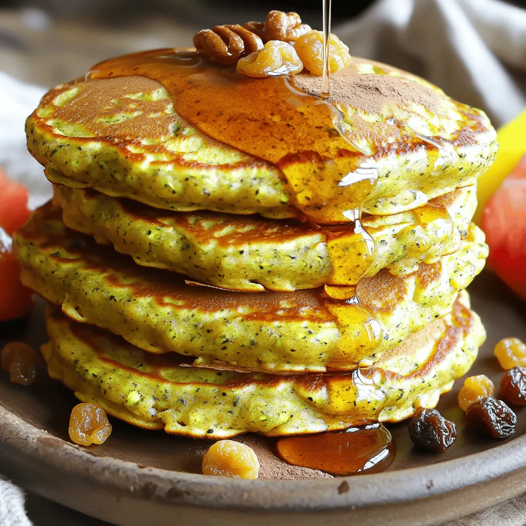 Um die Zucchini Bread Pancakes zuzubereiten, benötigen Sie folgende Zutaten: - 1 mittelgroße Zucchini, gerieben - 1 Tasse Vollkornmehl - 1 Teelöffel Backpulver - 1/2 Teelöffel Natron - 1/2 Teelöffel Zimt - 1/4 Teelöffel Muskatnuss - 1/4 Teelöffel Salz - 2 große Eier - 1/2 Tasse griechischer Joghurt - 1/4 Tasse Ahornsirup (plus extra zum Servieren) - 1 Teelöffel Vanilleextrakt - 1/4 Tasse gehackte Walnüsse (optional) - 1/4 Tasse Rosinen (optional) Die Zutaten für Zucchini Bread Pancakes bieten viele Vorteile. Zucchini ist kalorienarm und reich an Wasser. Sie liefert Vitamine wie A und C. Vollkornmehl bringt Ballaststoffe und hält lange satt. Eier bieten Protein und gesunde Fette. Griechischer Joghurt sorgt für Cremigkeit und zusätzliches Protein. Zimt und Muskatnuss bringen Geschmack und haben antioxidative Eigenschaften. Sie können die Zutaten leicht anpassen. Zum Beispiel können Sie Mandelmehl statt Vollkornmehl verwenden. Dies macht die Pancakes glutenfrei. Für Veganer können Sie die Eier durch einen Bananenpüree oder Apfelmus ersetzen. Auch die Walnüsse und Rosinen sind optional. Fügen Sie Schokoladenstückchen oder Beeren hinzu, um neue Aromen zu entdecken. Mit diesen kleinen Änderungen bleiben die Pancakes lecker und spannend. Für das vollständige Rezept besuchen Sie den [Full Recipe] Link. Zuerst reibe die Zucchini mit einer Reibe oder Küchenmaschine. Wenn du die Zucchini gerieben hast, lege sie in ein sauberes Küchentuch. Drücke dann die überschüssige Feuchtigkeit heraus. Dies hilft, die Pancakes nicht zu matschig zu machen. Lege die Zucchini danach beiseite. Nehme eine große Rührschüssel. Vermische das Vollkornmehl, Backpulver, Natron, Zimt, Muskatnuss und Salz gut miteinander. Achte darauf, dass alle Zutaten gleichmäßig verteilt sind. Dies sorgt für einen gleichmäßigen Geschmack in jedem Bissen. In einer separaten Schüssel schlägst du die Eier auf. Füge dann den griechischen Joghurt, den Ahornsirup und den Vanilleextrakt hinzu. Mische alles gut, bis eine glatte Masse entsteht. Diese feuchten Zutaten bringen Geschmack und Feuchtigkeit in die Pancakes. Nun füge die trockenen Zutaten nach und nach zu den feuchten Zutaten hinzu. Rühre nur so lange, bis alles feucht ist. Es ist wichtig, den Teig nicht zu übermixen. Jetzt hebe die vorbereitete Zucchini sowie die Walnüsse und Rosinen vorsichtig unter. Erhitze eine beschichtete Pfanne bei mittlerer Hitze und fette sie leicht ein. Gib etwa 1/4 Tasse des Teigs in die Pfanne. Backe die Pancakes, bis sich Blasen bilden, etwa 2-3 Minuten. Drehe sie dann um und backe sie weitere 2 Minuten, bis sie goldbraun sind. Staple die Pancakes auf einem Teller. Träufle etwas Ahornsirup darüber. Du kannst auch gehackte Walnüsse oder eine Prise Zimt darauf geben. Füge frisches Obst als Beilage hinzu, um einen bunten Akzent zu setzen. Die Kombination aus Geschmäckern und Farben macht das Gericht noch einladender. Du kannst das vollständige Rezept für Zucchini Bread Pancakes in der Rezeptliste nachlesen. Einer der häufigsten Fehler ist, die Zucchini nicht gut auszudrücken. Wenn die Zucchini zu feucht bleibt, wird der Teig matschig. Achte darauf, die geriebene Zucchini gut in einem Küchentuch auszupressen. Ein weiterer Fehler ist, die Mischung zu lange zu rühren. Rühre nur so lange, bis die Zutaten vermischt sind. Zu viel Rühren macht die Pancakes zäh. Die Konsistenz ist wichtig für gute Pancakes. Der Teig sollte dick, aber nicht zu fest sein. Wenn er zu dick ist, füge etwas mehr Joghurt oder Milch hinzu. Um die perfekte Konsistenz zu erreichen, beginne mit der Basis und passe sie nach Bedarf an. Achte darauf, dass der Teig klumpig bleibt. Diese Klumpen helfen, die Pancakes fluffig zu machen. Um Abwechslung zu schaffen, kannst du verschiedene Zutaten hinzufügen. Walnüsse geben einen tollen Crunch. Rosinen fügen Süße hinzu. Probiere auch, Schokoladenstückchen oder frische Beeren in den Teig zu mischen. Experimentiere mit Gewürzen wie Ingwer oder Muskatnuss für neue Aromen. Du kannst auch etwas Zitronenschale für Frische hinzufügen. Diese kleinen Varianten machen dein Rezept einzigartig und spannend. {{image_4}} Für glutenfreie Zucchini Bread Pancakes können Sie glutenfreies Mehl verwenden. Achten Sie auf eine Mischung, die gut bindet. Alternativen wie Mandelmehl oder Kokosmehl funktionieren auch gut. Diese Mehle haben unterschiedliche Eigenschaften. Sie können die Konsistenz anpassen, indem Sie etwas mehr Flüssigkeit hinzufügen. Wenn Sie eine vegane Version wünschen, ersetzen Sie die Eier. Apfelmus oder ein Leinsamen-Ei sind gute Alternativen. Für das Joghurt können Sie pflanzliche Joghurt-Alternativen wie Soja- oder Kokosjoghurt nutzen. Diese Optionen machen die Pancakes genauso lecker und saftig. Um die Pancakes aufzupeppen, fügen Sie Schokoladenstückchen oder frische Beeren hinzu. Diese Zutaten bringen viel Geschmack und Spaß. Sie können auch Gewürze wie Muskatnuss oder Ingwer hinzufügen. Diese kleinen Extras machen jedes Bissen aufregend. Probieren Sie verschiedene Kombinationen für Ihr persönliches Lieblingsrezept! Um Zucchini Bread Pancakes frisch zu halten, lassen Sie sie zuerst abkühlen. Legen Sie die Pancakes in einen luftdichten Behälter. Stellen Sie sicher, dass sie nicht übereinander liegen, um Matschen zu vermeiden. So bleiben sie weich und lecker für mehrere Tage. Wenn Sie mehr Pancakes gemacht haben, können Sie diese einfrieren. Wickeln Sie jeden Pancake in Frischhaltefolie ein. Legen Sie sie dann in einen Gefrierbeutel. So bleiben sie bis zu drei Monate frisch. Beschriften Sie den Beutel mit dem Datum, damit Sie wissen, wann Sie sie gemacht haben. Zum Aufwärmen nehmen Sie die Pancakes aus dem Gefrierbeutel. Lassen Sie sie etwa 10 Minuten bei Raumtemperatur stehen. Sie können sie in der Mikrowelle für 30-60 Sekunden aufwärmen. Alternativ braten Sie sie kurz in einer Pfanne, um die Außenseite wieder knusprig zu machen. So schmecken sie wie frisch gebacken! Um deine Pancakes fluffiger zu machen, schlage die Eier getrennt. Vermische das Eigelb mit den feuchten Zutaten. Schlage das Eiweiß in einer anderen Schüssel steif und hebe es vorsichtig unter den Teig. Dadurch erhältst du eine luftige Textur. Ja, du kannst die Zucchini blanchieren, aber es ist nicht nötig. Blanchieren kann die Zucchini weicher machen. Wenn du sie einfach reibst, bleibt der Biss und der Geschmack frisch. Das gibt den Pancakes eine tolle Textur. Zu diesen Pancakes passen viele Beilagen. Du kannst frisches Obst wie Beeren oder Bananen verwenden. Auch Joghurt oder ein Klecks Quark mit Honig sind lecker. Wenn du es herzhaft magst, probiere Rührei oder Speck. Zucchini Bread Pancakes sind recht gesund. Sie sind voll von Ballaststoffen durch das Vollkornmehl und die Zucchini. Der griechische Joghurt liefert Proteine. Sie enthalten weniger Zucker als viele andere Pancakes, besonders wenn du den Ahornsirup sparsam verwendest. Zusammenfassend haben wir die wichtigsten Zutaten sowie die Schritte zur Zubereitung von Zucchini Bread Pancakes besprochen. Ich habe Tipps gegeben, wie Sie häufige Fehler vermeiden und die besten Variationen ausprobieren können. Außerdem haben wir Lagerungshinweise und häufige Fragen behandelt. Diese Pancakes sind vielseitig und lecker. Sie sind einfach zuzubereiten und gesund. Probieren Sie sie aus, und genießen Sie die köstlichen Ergebnisse!