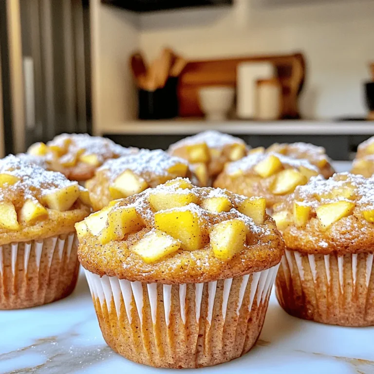 Für die leckeren Apple Cinnamon Muffins benötigst du folgende Zutaten: - 2 Tassen Weizenmehl - 1 Tasse Zucker - 2 Teelöffel Backpulver - 1 Teelöffel Natron - 1 Teelöffel gemahlener Zimt - 1/2 Teelöffel Salz - 1/2 Tasse ungesalzene Butter, geschmolzen - 1 großes Ei - 1 Tasse Buttermilch (oder Milch mit 1 Esslöffel Essig) - 2 Tassen Äpfel, geschält, entkernt und gewürfelt (am besten Granny Smith oder Honeycrisp) - 1/2 Tasse Walnüsse oder Pekannüsse, gehackt (optional) - 1 Teelöffel Vanilleextrakt Diese Zutaten machen deine Muffins saftig und voller Geschmack. Manchmal hast du nicht alle Zutaten zur Hand. Hier sind einige Alternativen: - Weizenmehl: Du kannst auch Dinkelmehl verwenden. - Zucker: Honig oder Ahornsirup sind gute Optionen. - Butter: Kokosöl ist eine gesunde Wahl. - Buttermilch: Mische Milch mit Joghurt oder verwende pflanzliche Milch. - Äpfel: Probiere auch Birnen oder Pfirsiche für einen anderen Geschmack. Diese Alternativen helfen dir, kreativ zu sein und trotzdem leckere Muffins zu backen. Um die besten Äpfel für deine Muffins auszuwählen, achte auf folgende Punkte: - Frische: Wähle feste Äpfel ohne Flecken. - Sorte: Granny Smith oder Honeycrisp bieten den besten Geschmack. - Reife: Wähle Äpfel, die noch knackig sind, aber nicht zu hart. Frische und gute Qualität der Äpfel machen den Unterschied in deinem Muffin-Rezept. Zuerst heize deinen Ofen auf 175 °C vor. Du kannst ein Muffinblech verwenden und es mit Papierförmchen auslegen. Alternativ sprühe es mit einem Antihaftspray ein. So bleiben die Muffins nicht kleben und lassen sich leicht entnehmen. In einer großen Schüssel mische die trockenen Zutaten. Nimm 2 Tassen Weizenmehl, 1 Tasse Zucker, 2 Teelöffel Backpulver, 1 Teelöffel Natron, 1 Teelöffel gemahlenen Zimt und 1/2 Teelöffel Salz. Rühre alles gut um, bis die Mischung gleichmäßig ist. Dies sorgt für einen gleichmäßigen Geschmack. In einer anderen Schüssel vermenge die feuchten Zutaten. Nimm 1/2 Tasse geschmolzene Butter, 1 großes Ei, 1 Tasse Buttermilch und 1 Teelöffel Vanilleextrakt. Mische alles, bis die Mischung glatt ist. Dies gibt den Muffins eine feuchte Textur. Gieße die feuchten Zutaten in die Schüssel mit den trockenen Zutaten. Rühre vorsichtig um, bis die Zutaten gerade so kombiniert sind. Der Teig kann leicht klumpig sein. Füge dann 2 Tassen gewürfelte Äpfel und, wenn du magst, 1/2 Tasse gehackte Nüsse hinzu. Mische alles gut, dann fülle jede Muffinmulde etwa zu 2/3 mit dem Teig. Backe die Muffins für 18-20 Minuten. Du erkennst, dass sie fertig sind, wenn ein Zahnstocher sauber herauskommt. Lass die Muffins 5 Minuten im Blech abkühlen. Danach lege sie auf ein Kuchengitter, um vollständig abzukühlen. Diese Schritte garantieren leckere und perfekt gebackene Muffins. Für das vollständige Rezept, schaue dir das [Full Recipe] an. Um Fehler beim Muffinbacken zu vermeiden, ist es wichtig, die Mengen genau zu messen. Benutzen Sie einen Messbecher für die trockenen Zutaten. Mischen Sie die trockenen und feuchten Zutaten getrennt, bevor Sie sie kombinieren. Vermeiden Sie es, den Teig zu übermixen. Ein leicht klumpiger Teig ist ideal für fluffige Muffins. Achten Sie darauf, die Muffinform nicht zu überfüllen. Füllen Sie sie nur bis zu zwei Dritteln. Die optimale Konsistenz des Teigs für Ihre Apfel-Zimt Muffins sollte dick, aber flüssig sein. Er muss sich leicht vom Löffel lösen, ohne zu tropfen. Wenn der Teig zu fest ist, können Sie etwas mehr Buttermilch hinzufügen. Wenn er zu flüssig ist, fügen Sie etwas mehr Mehl hinzu. Diese Anpassungen helfen, die perfekte Textur zu erreichen. Um die Muffins fluffiger zu machen, können Sie ein Ei mehr hinzufügen. Auch das Trennen von Eiweiß und Eigelb kann helfen. Schlagen Sie das Eiweiß steif und heben Sie es vorsichtig unter den Teig. Eine weitere Option ist, etwas Backpulver hinzuzufügen. Dies sorgt für mehr Luftigkeit. Achten Sie darauf, die Muffins nicht zu lange zu backen. Ein zu langes Backen führt zu trockenen Muffins. Für das vollständige Rezept, schauen Sie sich den Abschnitt "Full Recipe" an. {{image_4}} Du kannst die Apfel-Zimt Muffins noch besser machen, indem du Schokoladenstückchen oder Trockenfrüchte hinzufügst. Diese Extras bringen zusätzliche Süße und Textur. Ich empfehle, etwa 1/2 Tasse Schokoladenstückchen oder eine Mischung aus Rosinen und getrockneten Cranberries zu verwenden. Diese Zutaten passen perfekt zu den Äpfeln und dem Zimt. Wenn du glutenfreie Muffins machen willst, ersetze das Weizenmehl durch ein glutenfreies Mehl. Viele glutenfreie Mehlmischungen sind im Laden erhältlich. Für eine vegane Version nimm einfach das Ei weg und ersetze die Buttermilch durch pflanzliche Milch. Ein Esslöffel Apfelessig oder Zitronensaft hilft, die Konsistenz zu verbessern. Experimentiere mit verschiedenen Gewürzen, um den Geschmack zu verändern. Zum Beispiel kannst du Muskatnuss oder Ingwer hinzufügen. Ein Teelöffel von jedem dieser Gewürze kann einen tollen Geschmack bringen. Probiere auch einen Hauch von Nelken aus, um etwas mehr Tiefe zu erzeugen. Spiele mit den Gewürzen und finde deine perfekte Mischung! Nutze diese Variationen, um deine Muffins an deinen Geschmack anzupassen. Sie machen das Rezept spannend und neu. So bleibt das Backen immer frisch und lustig! Für das vollständige Rezept und Tipps, schau dir das Full Recipe an. Um die Frische Ihrer Apfel-Zimt Muffins zu bewahren, lagern Sie sie in einem luftdichten Behälter. Das schützt sie vor Trockenheit und hält sie weich. Wenn Sie keinen Behälter haben, wickeln Sie die Muffins in Frischhaltefolie. Stellen Sie sicher, dass diese gut verschlossen ist. Platzieren Sie die Muffins an einem kühlen, trockenen Ort. So bleiben sie etwa bis zu drei Tage frisch. Die Muffins bleiben bei richtiger Lagerung bis zu drei Tage frisch. Nach dieser Zeit können sie anfangen, trocken zu werden. Wenn Sie die Muffins im Kühlschrank aufbewahren, halten sie sich bis zu einer Woche. Beachten Sie jedoch, dass der Kühlschrank die Textur verändern kann. Deshalb ist der Raum die beste Wahl für kurzzeitige Lagerung. Sie können die Muffins auch einfrieren, um ihre Haltbarkeit zu verlängern. Legen Sie die Muffins in einen gefrierfesten Beutel und entfernen Sie so viel Luft wie möglich. So bleiben sie bis zu drei Monate gut. Zum Wiederaufwärmen lassen Sie die Muffins zuerst bei Raumtemperatur auftauen. Danach können Sie sie für einige Sekunden in die Mikrowelle geben oder im Ofen bei 150 Grad Celsius aufbacken. So schmecken sie fast wie frisch gebacken. Wenn Sie das Rezept ausprobieren möchten, finden Sie das vollständige Rezept hier: [Full Recipe]. Um die Muffins süßer zu machen, können Sie mehr Zucker hinzufügen. Ein zusätzlicher halber Becher Zucker kann helfen. Alternativ können Sie auch Honig oder Ahornsirup verwenden. Diese Süßstoffe geben den Muffins einen anderen Geschmack. Sie können auch mehr Äpfel hinzufügen, da sie natürlich süß sind. Ja, Sie können andere Früchte verwenden. Birnen, Pfirsiche oder Beeren passen gut. Achten Sie darauf, das Obst klein zu schneiden. So bleibt die Textur der Muffins gut. Auch gefrorenes Obst funktioniert, aber die Muffins können etwas feuchter werden. Wenn die Muffins zu trocken sind, liegt es oft am Backen. Achten Sie darauf, die Muffins nicht zu lange zu backen. Ein Zahnstocher sollte mit ein paar Krümeln herauskommen, nicht trocken. Sie können auch mehr Buttermilch oder Apfelmus in den Teig geben. Das macht die Muffins saftiger. Buttermilch ist nicht zwingend nötig, aber sie macht die Muffins besser. Sie sorgt für eine schöne, lockere Textur. Wenn Sie keine Buttermilch haben, können Sie auch normale Milch mit Essig verwenden. Lassen Sie die Mischung ein paar Minuten stehen, bevor Sie sie verwenden. Mit diesem Rezept können Sie 12 Muffins backen. Wenn Sie mehr Muffins möchten, können Sie die Zutaten einfach verdoppeln. Verwenden Sie zwei Muffinbleche, wenn nötig, oder backen Sie sie in zwei Runden. So haben Sie genug für alle! In diesem Artikel haben wir die wichtigsten Zutaten, Tipps und Variationen für Muffins behandelt. Wir haben die besten Äpfel ausgewählt und verschiedene Alternativen für Zutaten betrachtet. Ich habe auch einfache Schritte zum Mischen und Backen vorgestellt. Denke daran, beim Muffinbacken aufmerksam zu sein und häufige Fehler zu vermeiden. Experimentiere mit verschiedenen Zutaten und bewahre sie richtig auf, um den besten Geschmack zu genießen. Muffins sind vielfältig, also viel Spaß beim Ausprobieren und Genießen!
