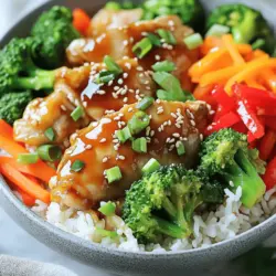 Für diese leckeren Teriyaki-Hähnchen-Bowls benötigst du: - 450 g Hähnchenschenkel ohne Knochen und Haut, in mundgerechte Stücke geschnitten - 240 ml Teriyaki-Sauce (vorzugsweise natriumarme) - 2 Esslöffel Sesamöl - 370 g gekochter Jasminreis - 150 g Brokkoliröschen - 1 Karotte, in feine Streifen geschnitten - 1 rote Paprika, in Scheiben geschnitten - 2 Frühlingszwiebeln, in Ringe geschnitten (zum Garnieren) - Sesamsamen (zum Garnieren) - Salz und Pfeffer nach Geschmack Diese Zutaten sind einfach zu finden. Du kannst sie in jedem Supermarkt bekommen. Die Teriyaki-Sauce ist der Star hier. Sie gibt dem Hähnchen eine süße und salzige Note. Marinieren ist wichtig. Das Hähnchen sollte mindestens 15 Minuten in der Sauce ruhen. Wenn du mehr Zeit hast, lasse es länger marinieren. So erhältst du mehr Geschmack. Du kannst auch frische Ingwer- oder Knoblauchstückchen hinzufügen, um die Marinade zu verbessern. Das bringt noch mehr Aroma in dein Gericht. Jasminreis ist eine tolle Basis für die Bowl. Er ist leicht und passt gut zu den Aromen. Das Gemüse gibt nicht nur Farbe, sondern auch Crunch. Du kannst Brokkoli, Karotten und Paprika verwenden, aber auch andere Gemüsesorten sind erlaubt. Die Frühlingszwiebeln und Sesamsamen sind die perfekte Garnierung. Sie verleihen deinem Gericht Frische und einen knusprigen Biss. Du kannst alles nach deinem Geschmack anpassen. Wenn du mehr Grün möchtest, füge noch Erbsen oder Spinat hinzu. Für die vollständige Zubereitung schaue dir das [Full Recipe] an. Beginne mit der Marinade. Nimm eine mittelgroße Schüssel. Füge die Hähnchenstücke und die Teriyaki-Sauce hinzu. Mische alles gut. Lass das Hähnchen mindestens 15 Minuten marinieren. Wenn du mehr Zeit hast, marinier es länger. So wird der Geschmack intensiver. Während es mariniert, kannst du die anderen Zutaten vorbereiten. Erhitze eine große Pfanne bei mittlerer Hitze. Gib das Sesamöl hinein. Sobald das Öl heiß ist, füge die marinierten Hähnchenstücke hinzu. Brate sie 5 bis 7 Minuten lang, bis sie durchgegart sind. Achte darauf, dass sie außen schön goldbraun sind. Nimm das Hähnchen danach aus der Pfanne und lege es beiseite. In der gleichen Pfanne gib das gewaschene Gemüse hinein. Füge die Brokkoliröschen, die Karottenstreifen und die Paprikascheiben hinzu. Brate das Gemüse für 4 bis 5 Minuten. Rühre dabei ständig um. Das Gemüse soll zart, aber noch knackig sein. Nach dem Anbraten, gib das Hähnchen zurück in die Pfanne. Füge die reservierte Marinade hinzu. Koche alles 2 bis 3 Minuten weiter. Rühre gut um, damit sich die Aromen verbinden. Für das vollständige Rezept, schau dir den Abschnitt mit dem Titel "Full Recipe" an. Um den Geschmack deiner Teriyaki-Hähnchen-Bowls zu verbessern, nutze hochwertige Zutaten. Ich empfehle natriumarme Teriyaki-Sauce. Diese Variante schmeckt süß und salzig, ohne zu salzig zu sein. Marinier das Hähnchen mindestens 15 Minuten oder länger. So zieht der Geschmack gut ein. Du kannst auch frischen Ingwer oder Knoblauch zur Marinade hinzufügen. Diese Zutaten geben einen extra Kick. Die Garzeiten sind wichtig für perfekte Ergebnisse. Jedes Stück Hähnchen sollte gut durchgegart sein. Prüfe die Garzeit von 5 bis 7 Minuten und passe sie an die Größe der Hähnchenstücke an. Wenn du dickere Stücke hast, koche sie etwas länger. Das Gemüse sollte zart, aber knackig bleiben. Achte auf die Farben. Wenn das Gemüse leuchtend bleibt, ist es perfekt. Hast du Reste? Nutze sie für ein schnelles Mittagessen. Du kannst die Reste in einer Schüssel mit Reis und Gemüse mischen. Oder mache Wraps mit Tortillas. Die Aromen bleiben frisch und köstlich. Du kannst die Reste auch einfrieren. So hast du immer eine schnelle Mahlzeit zur Hand. {{image_4}} Du kannst die Teriyaki-Hähnchen-Bowls einfach vegetarisch machen. Statt Hähnchen verwende Tofu. Tofu nimmt die Aromen gut auf. Schneide den Tofu in Würfel und mariniere ihn genauso wie das Hähnchen. Brate ihn dann in der Pfanne an, bis er goldbraun ist. Das gibt dir eine leckere und gesunde Option. Wenn du keinen Reis magst, gibt es viele Alternativen. Quinoa ist eine tolle Wahl. Es ist nahrhaft und hat einen leichten Nussgeschmack. Du kannst auch Blumenkohlreis benutzen. Blumenkohlreis ist kalorienarm und gesund. Beide Optionen passen gut zu den Aromen der Teriyaki-Sauce. Gemüse bringt Farbe und Nährstoffe in deine Schalen. Du kannst alles verwenden, was du magst. Zucchini, grüne Bohnen oder Pilze sind großartige Ergänzungen. Sie fügen Textur und Geschmack hinzu. Probiere auch Erbsen oder Spinat für mehr Vielfalt. Das macht deine Teriyaki-Bowls noch schmackhafter und gesünder. Du kannst die Teriyaki-Hähnchen-Bowls in einem luftdichten Behälter aufbewahren. Stelle sicher, dass sie vollständig abgekühlt sind. Im Kühlschrank bleiben sie bis zu drei Tage frisch. Achte darauf, das Hähnchen und das Gemüse getrennt vom Reis zu lagern. So bleibt alles knackig und lecker. Wenn du die Bowls aufwärmen möchtest, nutze die Mikrowelle. Stelle die Schalen auf mittlere Hitze. Erwärme sie in Intervallen von 1-2 Minuten. Rühre zwischendurch um, damit alles gleichmäßig warm wird. Du kannst auch etwas Wasser hinzufügen, um das Gericht saftig zu halten. Du kannst die Teriyaki-Hähnchen-Bowls auch einfrieren. Teile die Portionen in geeignete Behälter auf. So bleiben sie bis zu drei Monate haltbar. Achte darauf, die Behälter gut zu verschließen. Wenn du sie auftauen möchtest, lege sie über Nacht in den Kühlschrank. Danach erwärmst du sie wie oben beschrieben. Diese Tipps helfen dir, die köstlichen Aromen der Teriyaki-Hähnchen-Bowls zu bewahren. Probiere es aus und genieße jede Portion! Um die beste Teriyaki-Sauce selbst zu machen, benötigst du einfache Zutaten. Mische 120 ml Sojasauce, 60 ml Honig, 30 ml Reisessig und 2 Esslöffel Sesamöl. Füge 1 Esslöffel frischen Ingwer hinzu und 1 zerdrückte Knoblauchzehe. Koche die Mischung in einem kleinen Topf bei mittlerer Hitze. Rühre ständig, bis die Sauce eindickt. Lass sie abkühlen und verwende sie für dein Teriyaki-Hähnchen. Diese Sauce bringt den süßen und salzigen Geschmack, den du suchst. Ja, du kannst das Rezept vorbereiten! Du kannst das Hähnchen bereits am Vortag marinieren. Lege die Hähnchenstücke in die Teriyaki-Sauce und stelle sie in den Kühlschrank. Das macht das Hähnchen zart und geschmackvoll. Du kannst auch das Gemüse schneiden und im Kühlschrank aufbewahren. Am Tag des Kochens brauchst du nur alles zusammenzufügen und in der Pfanne zu braten. So sparst du Zeit und kannst schneller genießen. Zu Teriyaki-Hähnchen-Bowls passen viele Beilagen. Gekochter Jasminreis ist eine gute Wahl. Er nimmt die Sauce gut auf. Du kannst auch Quinoa oder gebratene Nudeln verwenden. Gemüse wie Brokkoli, Karotten und Paprika sind frisch und knackig. Für einen zusätzlichen Crunch füge geröstete Erdnüsse oder Cashews hinzu. Frischer Koriander oder Frühlingszwiebeln als Garnierung bringen Farbe und Geschmack. So wird dein Gericht noch schmackhafter und bunter. Zusammenfassend haben wir die besten Zutaten und die Schritte für Teriyaki-Hähnchen-Bowls besprochen. Du hast gelernt, wie du das Hähnchen marinierst und anbrätst. Wir haben auch Variationen und Tipps zur perfekten Zubereitung und Aufbewahrung gesehen. Mit diesen Infos kannst du leckere Bowls kreieren. Denke daran, kreativ zu sein und das Rezept nach deinem Geschmack anzupassen. Jeder Biss wird ein Genuss!