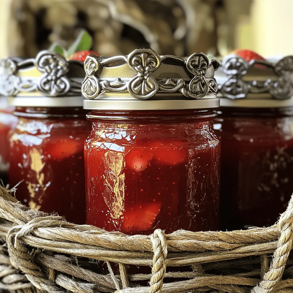 Für die perfekte Erdbeermarmelade brauchst du einige wichtige Zutaten. Hier ist, was du benötigst: - 900 g frische Erdbeeren, entkelcht und gehackt - 400 g Zucker (fein) - 60 ml Zitronensaft - 5 ml Vanilleextrakt - 1 Päckchen (50 g) Fruchtpektin (z.B. Sure-Jell) Die Erdbeeren sind die Hauptzutat. Frisch und reif sorgen sie für den besten Geschmack. Du kannst andere Beeren mischen, aber Erdbeeren geben den besten süßen Geschmack. Zucker ist nicht nur süß. Er hilft auch, die Marmelade dick zu machen. Der Zucker zieht Wasser aus den Erdbeeren. So bekommst du eine dickere Konsistenz. Er wirkt auch als Konservierungsmittel. Dadurch bleibt deine Marmelade länger frisch. Zitronensaft bringt Frische in die Marmelade. Er hilft, die süße des Zuckers auszugleichen. Vanilleextrakt fügt einen warmen, reichen Geschmack hinzu. Du kannst auch andere Aromen ausprobieren, wie Minze oder Zimt. Diese machen deine Erdbeermarmelade einzigartig. Wenn du das komplette Rezept möchtest, schau dir das [Full Recipe] an. Zuerst musst du die Gläser und Deckel reinigen. Verwende heißes Seifenwasser. Danach sterilisiere die Gläser für etwa 10 Minuten in kochendem Wasser. So bleiben die Gläser sauber. Halte sie warm, bis du die Marmelade einfüllst. Für die Marmelade brauchst du frische Erdbeeren. Entkelche und hacke 900 g Erdbeeren. In einer großen Schüssel vermengst du die Erdbeeren mit 200 g Zucker. Lass die Mischung für 30 Minuten stehen. So geben die Erdbeeren ihren Saft ab und werden weich. Jetzt ist es Zeit, die Erdbeeren zu kochen. Gib die Erdbeermischung in einen großen Topf. Füge 60 ml Zitronensaft hinzu und rühre vorsichtig. Streue das Fruchtpektin gleichmäßig über die Mischung. Rühre, bis es aufgelöst ist. Koche die Mischung unter ständigem Rühren. Sobald die Mischung kocht, füge den restlichen Zucker hinzu. Lass die Mischung für 1-2 Minuten sprudelnd kochen. Du wirst sehen, wie die Textur sich ändert. Die Marmelade blubbert intensiver. Nimm den Topf vom Herd und rühre 5 ml Vanilleextrakt ein. Überprüfe die Konsistenz. Tropfe einen Löffel voll auf einen kalten Teller. Wenn die Marmelade nach einer Minute fest wird, ist sie bereit. Andernfalls erhitze sie eine weitere Minute. Fülle die heiße Marmelade vorsichtig in die Gläser. Lass etwa 0,6 cm Platz bis zur Oberkante. Wische den Rand der Gläser ab. Setze die Deckel auf die Gläser und schraube sie leicht fest. Stelle die Gläser in ein siedendes Wasserbad für 10 Minuten. So versiegelst du die Gläser sicher. Nimm sie nach der Zeit heraus und lasse sie auf einem Küchentuch abkühlen. Jetzt hast du leckere Erdbeermarmelade! Du kannst sie kreativ beschriften und verschenken. Die Wahl der richtigen Erdbeeren ist wichtig. Achte auf frische, reife Früchte. Sie sollten fest und glänzend sein. Überprüfe, ob sie einen süßen Duft haben. Die beste Zeit für frische Erdbeeren ist im Sommer. Wenn du kannst, kaufe sie direkt vom Erzeuger. So bekommst du die besten Früchte. Um die Konsistenz der Marmelade zu prüfen, benutze einen kalten Teller. Nimm einen Löffel voll Marmelade und tropfe ihn auf den Teller. Warte eine Minute. Wenn die Marmelade fest wird, ist sie bereit. Wenn sie noch flüssig ist, koche sie eine weitere Minute. Wiederhole den Test, bis du die richtige Festigkeit hast. Ein häufiger Fehler ist, nicht genug Zucker zu verwenden. Zucker hilft, die Marmelade zu konservieren. Ein weiterer Fehler ist, die Erdbeeren nicht genug ziehen zu lassen. Lass die Erdbeeren mindestens 30 Minuten stehen. So geben sie ihren Saft besser ab. Achte darauf, die Gläser richtig zu sterilisieren. Das verhindert Schimmelbildung. Wenn du diese Tipps beachtest, wird deine Marmelade perfekt! {{image_4}} Wenn du weniger Zucker magst, gibt es eine einfache Lösung. Du kannst die Zuckermenge reduzieren. Nutze nur 200 g Zucker. Dies funktioniert gut, wenn du reife Erdbeeren verwendest. Diese sind süßer und geben mehr Geschmack ab. Du kannst auch einen Zuckerersatz verwenden, wie Stevia oder Erythrit. Achte darauf, die Anweisungen des Herstellers zu befolgen. Dadurch bleibt die Marmelade lecker und gesund. Möchtest du keine Pektin verwenden? Das ist möglich! Du kannst die Erdbeeren länger kochen, bis sie dick werden. Verwende 1 kg Erdbeeren und 300 g Zucker. Koche die Mischung etwa 30 Minuten lang. Rühre oft um, damit nichts anbrennt. Du wirst eine dicke und süße Marmelade erhalten. Diese Variante hat einen natürlichen Geschmack und ist einfach zuzubereiten. Um deine Erdbeermarmelade interessanter zu machen, füge neue Aromen hinzu. Ein Hauch von Basilikum oder Minze passt gut zu Erdbeeren. Einfach einige Blätter in die Mischung geben, während sie kocht. Du kannst auch Gewürze wie Zimt oder Ingwer probieren. Diese geben der Marmelade einen besonderen Kick. Sei kreativ und finde deine eigene Lieblingskombination. Nach dem Einkochen kannst du die Gläser mit der Marmelade sofort in den Kühlschrank stellen. Achte darauf, dass sie gut verschlossen sind. Die Marmelade bleibt frisch, wenn du sie kühl hältst. Sie hält sich im Kühlschrank bis zu drei Wochen. Wenn du die Gläser einmal geöffnet hast, genieße die Marmelade schnell. Für die langfristige Lagerung ist es wichtig, die Gläser richtig zu verarbeiten. Nach dem Einkochen sollten sie kühl und dunkel stehen. So kannst du die Marmelade bis zu einem Jahr lagern. Achte darauf, dass die Gläser dicht verschlossen sind. Überprüfe die Gläser regelmäßig auf Anzeichen von Schimmel oder Luftblasen. Selbstgemachte Erdbeermarmelade ist vielseitig einsetzbar. Du kannst sie als Brotaufstrich verwenden oder in Desserts einarbeiten. Auch in Joghurt oder Quark macht sich die Marmelade gut. Probiere, sie in Saucen für Fleischgerichte zu verwenden. Sie passt gut zu Käseplatten oder als Füllung für Gebäck. Denk daran, die Marmelade auch in deinem morgendlichen Müsli zu verwenden. Selbstgemachte Erdbeermarmelade hält sich in einem kühlen, dunklen Ort etwa ein Jahr. Das hängt von der richtigen Lagerung ab. Wenn du das Glas öffnest, lagere es im Kühlschrank. Dort bleibt die Marmelade für etwa einen Monat frisch. Achte darauf, dass der Deckel gut schließt, um Luft und Keime fernzuhalten. Ja, gefrorene Erdbeeren sind eine tolle Option. Sie sind oft reif geerntet und gut im Geschmack. Lass die Erdbeeren zuerst auftauen und abtropfen. Dies hilft, überschüssiges Wasser zu entfernen. So bleibt die Konsistenz deiner Marmelade stabil. Die Zubereitung bleibt gleich, wie im Full Recipe beschrieben. Wenn die Marmelade nicht fest wird, gibt es einige Lösungen. Überprüfe zuerst, ob du genug Pektin verwendet hast. Manchmal kann eine zusätzliche Menge helfen. Koche die Marmelade erneut für einige Minuten, bis sie dick wird. Du kannst auch einen Löffel voll auf einen kalten Teller geben, um die Konsistenz zu prüfen. Wenn sie nach einer Minute nicht fest ist, koche sie weiter. Erdbeermarmelade selbst zu machen ist einfach und macht Spaß. Wir haben die besten Zutaten und Schritte besprochen, um leckere Marmelade zu kochen. Ich habe Tipps gegeben, wie man die besten Erdbeeren auswählt und die häufigsten Fehler vermeidet. Denken Sie auch an die Variationen, wie die Low-Sugar Variante. Mit den richtigen Lagerungshinweisen bleibt die Marmelade frisch. Probieren Sie es aus und genießen Sie den fruchtigen Geschmack, wann immer Sie möchten!