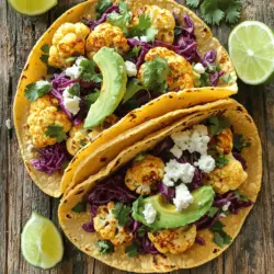 Für die perfekten würzigen Blumenkohl-Tacos brauchst du: - 1 mittelgroßer Blumenkohl, in Röschen zerteilt - 8 kleine Maistortillas - 1 Tasse geraspelter Rotkohl - 1/2 Tasse frischer Koriander, grob gehackt - 1 Avocado, in Scheiben geschnitten - 1 Limette, in Spalten geschnitten Diese Zutaten geben den Tacos eine tolle Textur und Frische. Die Gewürze machen den Blumenkohl besonders lecker. Hier sind die wichtigsten: - 3 Esslöffel Olivenöl - 2 Teelöffel geräuchertes Paprikapulver - 1 Teelöffel gemahlener Kreuzkümmel - 1/2 Teelöffel Cayennepfeffer (je nach Schärfewunsch) - Salz und Pfeffer nach Geschmack Diese Gewürze bringen den Blumenkohl zum Strahlen. Sie verleihen ihm einen rauchigen und würzigen Geschmack. Um deine Tacos zu verfeinern, kannst du weitere Zutaten hinzufügen: - 1/4 Tasse Queso Fresco, zerkrümelt (optional) - Weitere frische Kräuter wie Petersilie oder Minze Diese optionalen Toppings bringen eine neue Dimension in deine Tacos. Experimentiere und finde deine Lieblingskombination. Für das vollständige Rezept, schau in die [Full Recipe]. Um die Blumenkohl-Tacos zu machen, beginne mit der Vorbereitung des Blumenkohls. Zuerst wasche den Blumenkohl gut. Zerteile ihn in kleine Röschen. Das sorgt dafür, dass der Blumenkohl gleichmäßig röstet. In einer großen Schüssel vermenge die Blumenkohlröschen mit Olivenöl, geräuchertem Paprikapulver, gemahlenem Kreuzkümmel, Cayennepfeffer, Salz und Pfeffer. Mische alles gut. So wird jedes Stück gewürzt und lecker. Heize deinen Ofen auf 220 °C vor. Verteile die gewürzten Blumenkohlröschen gleichmäßig auf einem Backblech. Die Röschen sollten sich nicht überlappen. Röste den Blumenkohl 25 bis 30 Minuten lang. Wende ihn nach der Hälfte der Zeit. So wird er schön knusprig und zart. Die Röstung bringt die Aromen richtig zur Geltung. Wenn der Blumenkohl goldbraun ist, ist er perfekt. Während der Blumenkohl röstet, erwärme die Maistortillas in einer Pfanne. Mach das bei mittlerer Hitze für etwa 30 Sekunden pro Seite. Das macht die Tortillas geschmeidig. Sobald der Blumenkohl fertig ist, nimm ihn aus dem Ofen. Lass ihn kurz abkühlen. Jetzt kannst du die Tacos zusammenstellen. Lege etwas geraspelten Rotkohl auf jede Tortilla. Füge dann eine großzügige Portion Blumenkohl hinzu. Garniere die Tacos mit frischem Koriander, Avocadoscheiben und zerkrümeltem Queso Fresco, wenn du magst. Serviere die Tacos mit Limettenspalten. So kannst du sie nach Belieben auspressen. Für die komplette Anleitung, schau dir das [Full Recipe] an. Um den Blumenkohl perfekt zu rösten, ist die Temperatur wichtig. Ich empfehle, den Ofen auf 220 °C vorzuheizen. So wird der Blumenkohl knusprig und zart. Achte darauf, die Röschen gleichmäßig auf dem Backblech zu verteilen. Wenn die Röschen sich berühren, garen sie nicht gleichmäßig. Wende den Blumenkohl nach 15 Minuten, um eine schöne Bräunung zu erreichen. Die Maistortillas sollten warm und geschmeidig sein. Ich erwärme sie in einer trockenen Pfanne. Stelle die Hitze auf mittel und lege eine Tortilla hinein. Warte etwa 30 Sekunden, dann wende sie. So erhält sie einen leicht gerösteten Geschmack. Wiederhole dies für alle Tortillas. Du kannst auch ein Küchentuch nutzen, um die warmen Tortillas zu bedecken. So bleiben sie weich und warm. Beim Anrichten der Tacos ist die Präsentation wichtig. Beginne mit einer Schicht Rotkohl auf der Tortilla. Füge dann den gerösteten Blumenkohl hinzu. Garniere die Tacos mit frischem Koriander und Avocadoscheiben. Wenn du magst, streue etwas Queso Fresco darüber. Serviere die Tacos mit Limettenspalten an der Seite. So kann jeder nach Geschmack die Limette ausdrücken. Für ein schönes Bild lege die Tacos auf einen hübschen Teller. {{image_4}} Du kannst diese Tacos leicht anpassen. Anstelle von Blumenkohl probiere Brokkoli, Süßkartoffeln oder Zucchini. Diese Gemüsesorten bringen neue Aromen und Texturen. Brokkoli hat einen ähnlichen Biss wie Blumenkohl. Süßkartoffeln bieten eine süße Note, die gut zu den Gewürzen passt. Zucchini ist leicht und frisch, perfekt für den Sommer. Diese Tacos sind von Natur aus vegan, wenn du den Queso Fresco weglässt. Um glutenfrei zu bleiben, wähle Maistortillas. Du kannst auch Reis oder Quinoa als Basis verwenden. Diese Optionen sind nahrhaft und sättigend. Sie verleihen den Tacos eine andere Dimension. Saucen machen Tacos lebendig! Du kannst einen scharfen Salsa verde oder eine cremige Avocado-Sauce nutzen. Auch eine Limetten-Koriander-Sauce ist frisch und aromatisch. Experimentiere mit verschiedenen Saucen, um deine perfekte Kombination zu finden. Sie bringen Abwechslung und Spaß in dein Gericht. Für das gesamte Rezept besuche bitte [Full Recipe]. Um Blumenkohl-Tacos frisch zu halten, lagere sie in einem luftdichten Behälter. Platziere die Tacos in einer einzigen Schicht. Trenne die Füllung von den Tortillas, wenn möglich. So bleibt die Textur der Tortillas besser. Verwende die Tacos innerhalb von drei Tagen für den besten Geschmack. Um die Tacos aufzuwärmen, benutze eine Pfanne. Erhitze sie bei mittlerer Hitze. Lege die Tacos für zwei bis drei Minuten hinein. Wende sie, damit beide Seiten warm werden. Alternativ kannst du sie auch im Ofen auf 180 °C für etwa fünf bis sieben Minuten aufwärmen. Die Haltbarkeit dieser Tacos im Kühlschrank beträgt drei Tage. Nach dieser Zeit kann der Blumenkohl weich werden und die Tortillas verlieren ihre Frische. Wenn du die Tacos länger aufbewahren möchtest, friere die Füllung ein. Die Tortillas kannst du separat lagern. So bleiben sie länger haltbar. Du kannst die Tacos dann schnell zubereiten, wenn du Lust auf eine Mahlzeit hast. Probiere das Rezept für die würzigen Blumenkohl-Tacos für ein schnelles und leckeres Gericht! Die Tacos halten sich gut bis zu drei Tage im Kühlschrank. Lagern Sie sie in einem luftdichten Behälter. Achten Sie darauf, die Zutaten getrennt aufzubewahren, besonders die Tortillas. So bleiben sie frisch und weich. Wenn die Tacos zu lange stehen, können sie matschig werden. Ja, gefrorener Blumenkohl funktioniert gut in diesem Rezept. Achten Sie darauf, ihn gut abzutropfen, bevor Sie ihn würzen. Gefrorener Blumenkohl kann eine andere Textur haben. Er kann weicher sein, also rösten Sie ihn eventuell etwas länger. Dies sorgt für einen schönen Geschmack und eine knusprige Oberfläche. Um die Schärfe anzupassen, ändern Sie die Menge an Cayennepfeffer. Beginnen Sie mit einer kleinen Menge, zum Beispiel einem viertel Teelöffel. Probieren Sie den Blumenkohl, bevor Sie mehr hinzufügen. Sie können auch milde Gewürze oder frische Zutaten wie Avocado verwenden, um die Schärfe auszugleichen. So erstellen Sie eine ausgewogene und leckere Mahlzeit. Würzige Blumenkohl-Tacos sind einfach und lecker. Wir haben die Zutaten, die Zubereitung und die besten Tipps besprochen. Mit den richtigen Gewürzen und tollen Toppings machst du diese Tacos einzigartig. Variiere die Gemüsesorten oder Saucen für neuen Geschmack. Denke daran, die Tacos effizient zu lagern und aufzuwärmen. Genieße das Kochen und teile deine Kreationen mit Freunden!