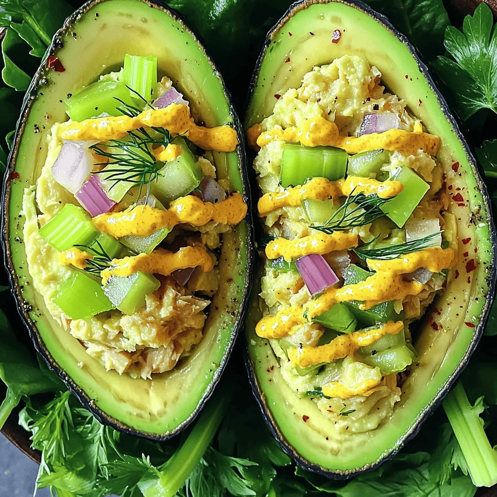 - 1 Dose (150 g) Thunfisch in Wasser, abgetropft - 1 reife Avocado, püriert - 60 g Sellerie, gewürfelt - 60 g rote Zwiebel, gewürfelt Die Hauptzutaten sind einfach zu finden. Thunfisch bringt viel Protein. Avocado sorgt für Cremigkeit und gesunde Fette. Sellerie fügt einen knackigen Biss hinzu. Rote Zwiebel gibt einen milden, süßen Geschmack. - 1 Esslöffel Dijon-Senf - 1 Esslöffel Zitronensaft - 1/4 Teelöffel Knoblauchpulver - 1 Esslöffel frischer Dill oder Petersilie, gehackt Die Gewürze sind wichtig für den Geschmack. Dijon-Senf gibt Schärfe und Tiefe. Zitronensaft bringt Frische und hilft, die Avocado grün zu halten. Knoblauchpulver fügt einen leichten Kick hinzu. Frische Kräuter bringen Aroma und Farbe. - Blattsalat zur Dekoration (optional) Für die Präsentation ist Blattsalat ideal. Er bietet eine schöne Basis für den Salat. Servieren Sie den Salat in Avocadohälften. Das sieht toll aus und schmeckt frisch. Nutzen Sie Paprika oder frische Kräuter für zusätzliche Farben. Für das vollständige Rezept schauen Sie bitte in die Sektion "Full Recipe". Um den Avocado Thunfisch Salat zuzubereiten, beginnen Sie mit dem Abtropfen des Thunfischs. Nehmen Sie eine Dose Thunfisch aus dem Wasser und lassen Sie ihn gut abtropfen. Dann ist die Avocado dran. Schneiden Sie sie auf und pürieren Sie das Fruchtfleisch in einer Schüssel. Achten Sie darauf, dass es schön cremig wird. Jetzt bereiten Sie das Gemüse vor. Würfeln Sie die Sellerie und die rote Zwiebel. Diese geben dem Salat Knackigkeit und Farbe. Mischen Sie nun alle Zutaten in einer großen Rührschüssel. Geben Sie den abgetropften Thunfisch, das pürierte Avocado und die gewürfelten Gemüse hinein. Rühren Sie vorsichtig um, damit die Avocado cremig bleibt. Fügen Sie den Dijon-Senf und den Zitronensaft hinzu. Diese Zutaten bringen Frische und einen tollen Geschmack. Jetzt würzen Sie die Mischung. Fügen Sie Salz, Pfeffer und ein wenig Knoblauchpulver hinzu. Schmecken Sie die Mischung ab und passen Sie die Gewürze nach Ihrem Geschmack an. Zum Schluss heben Sie frische Kräuter wie Dill oder Petersilie unter. Diese geben dem Salat einen zusätzlichen Kick. Servieren Sie den Salat auf einem Bett von frischem Blattsalat. Das macht das Gericht schön und appetitlich. Eine andere Möglichkeit ist, den Salat als Füllung für Wraps oder Sandwiches zu nutzen. So haben Sie eine leckere und nahrhafte Mahlzeit, die Sie überall mitnehmen können. Probieren Sie auch, den Salat in Avocadohälften zu servieren. Es sieht toll aus und schmeckt fantastisch! Für die vollständige Rezeptanleitung können Sie die [Full Recipe] anschauen. Um die ideale Avocado für deinen Salat zu finden, achte auf die Farbe. Eine reife Avocado hat eine dunkle, fast schwarze Haut. Drücke sanft auf die Frucht. Sie sollte leicht nachgeben, aber nicht zu weich sein. Lagere die Avocado bei Raumtemperatur, wenn sie noch nicht reif ist. Einmal reif, lege sie in den Kühlschrank, um die Frische zu bewahren. Du kannst deinem Avocado Tuna Salad viele neue Geschmäcker geben. Füge Zutaten wie gewürfelte Paprika oder Mais hinzu. Auch eine Handvoll Oliven bringt einen tollen Geschmack. Für das Dressing sind verschiedene Optionen möglich. Statt Dijon-Senf kannst du auch Joghurt oder Avocadodressing verwenden, um die Cremigkeit zu erhöhen. Der Salat schmeckt am besten kalt. Du kannst ihn direkt nach der Zubereitung servieren oder im Kühlschrank aufbewahren. Wenn du ihn im Voraus vorbereitest, wird er noch besser, da sich die Aromen vermischen. Bereite den Salat etwa eine Stunde vor dem Servieren vor, damit er schön frisch bleibt. {{image_4}} Für die Lagerung von Avocado Thunfisch Salat nutze ich immer einen luftdichten Behälter. So bleibt der Salat frisch und lecker. Eine gute Option sind Glasbehälter, da sie keine Chemikalien abgeben. Der Salat hält sich im Kühlschrank etwa zwei Tage. Danach kann die Avocado braun werden. Das sieht nicht so appetitlich aus, aber der Salat bleibt essbar. Einfrieren ist eine gute Idee, wenn du mehr Salat gemacht hast. Beachte jedoch, dass Avocado und Thunfisch beim Einfrieren ihre Textur verändern können. Am besten frierst du den Salat in Portionen ein. Verwende Gefrierbeutel oder Behälter, die für das Gefrierfach geeignet sind. Nach dem Auftauen kannst du den Salat in einer Pfanne leicht erwärmen und eventuell mit frischen Kräutern verfeinern. So schmeckt er fast wie frisch zubereitet. Hast du Reste übrig? Keine Sorge! Du kannst sie in verschiedenen Gerichten verwenden. Zum Beispiel kannst du eine Quiche machen oder die Mischung als Füllung für Tacos nutzen. Auch auf einem Toast schmeckt der Salat lecker. Kreativität in der Küche macht das Kochen spannend und abwechslungsreich! Der Avocado Thunfisch Salat ist nicht nur lecker, sondern auch nahrhaft. Eine Portion hat etwa 350 Kalorien. Der Hauptbestandteil, Thunfisch, liefert viel Protein. Eine Portion enthält rund 25 Gramm Protein. Die Avocado bringt gesunde Fette mit, die gut für das Herz sind. Zusätzlich enthält der Salat: - 15 Gramm Kohlenhydrate - 20 Gramm Fett, vorwiegend einfach ungesättigt Er liefert auch wichtige Vitamine und Mineralstoffe. Zu den wichtigsten gehören: - Vitamin K - Vitamin E - Vitamin C - Kalium Diese Nährstoffe unterstützen das Immunsystem und fördern die Hautgesundheit. Vorteile von Avocado: Avocados sind reich an Ballaststoffen, was gut für die Verdauung ist. Sie enthalten auch Antioxidantien, die Entzündungen reduzieren. Die gesunden Fette helfen, den Cholesterinspiegel zu senken und das Herz zu schützen. Vorteile von Thunfisch: Thunfisch ist eine großartige Proteinquelle. Er enthält Omega-3-Fettsäuren, die gut für das Herz sind. Diese Fettsäuren unterstützen auch die Gehirnfunktion. Der Fisch ist zudem niedrig in gesättigten Fetten, was ihn zu einer gesunden Wahl macht. Für Menschen, die eine Low-Carb oder Keto-Diät verfolgen, ist dieser Salat ideal. Er hat wenig Kohlenhydrate und viel gesundes Fett. Fügen Sie einfach weniger Gemüse hinzu, um die Kohlenhydrate weiter zu reduzieren. Für glutenfreie Anpassungen ist der Salat ebenfalls geeignet. Alle Zutaten sind natürlich glutenfrei. Sie können ihn ohne Bedenken genießen, wenn Sie Gluten meiden. Sie können den Avocado Thunfisch Salat mit dem [Full Recipe] einfach zubereiten und anpassen, um Ihre Ernährungsziele zu erreichen. Der Avocado Thunfisch Salat bleibt im Kühlschrank bis zu drei Tage frisch. Um die Haltbarkeit zu verlängern, lagere ihn in einem luftdichten Behälter. Halte den Salat von anderen stark riechenden Lebensmitteln fern. Das verhindert, dass er Gerüche annimmt. Überprüfe immer auf frische Zutaten, bevor du ihn isst. Ja, du kannst verschiedene Fische verwenden. Lachs ist eine großartige Alternative. Er hat einen reicheren Geschmack. Auch Kabeljau oder Makrele sind Optionen. Sie bringen unterschiedliche Texturen und Geschmäcker in den Salat. Wähle die Fischart, die dir am besten gefällt. Ja, dieser Salat ist sehr gesund. Die Avocado liefert gesunde Fette. Diese fördern das Herz und die allgemeine Gesundheit. Thunfisch ist reich an Protein und enthält wichtige Nährstoffe. Beide Zutaten sind gut für deine Ernährung. Der Salat enthält auch Vitamine und Mineralien. Er ist nahrhaft und sättigend. Für das vollständige Rezept schau dir die [Full Recipe] an. Zusammengefasst bietet dieser Beitrag eine einfache Anleitung für einen leckeren Avocado-Thunfisch-Salat. Du hast die Zutaten, die Zubereitung und viele Tipps kennengelernt. Denke daran, kreative Serviervorschläge zu nutzen und den Salat richtig aufzubewahren. Dieser Salat ist nicht nur gesund, sondern auch vielseitig. Du kannst ihn nach Lust und Laune anpassen. Genieße die Vorteile der Zutaten und probiere verschiedene Variationen aus!