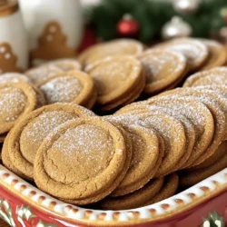 Für die No Chill Gingerbread Cookies benötigen Sie folgende Zutaten: - 2 1/4 Tassen Allzweckmehl - 1/2 Teelöffel Natron - 1 Esslöffel gemahlener Ingwer - 1 Esslöffel gemahlener Zimt - 1/2 Teelöffel gemahlene Nelken - 1/2 Teelöffel Salz - 3/4 Tasse ungesalzene Butter, weich - 1/2 Tasse brauner Zucker, fest gepackt - 1/2 Tasse Kristallzucker - 1 großes Ei - 1/4 Tasse Melasse - 1 Esslöffel Vanilleextrakt - Puderzucker zur Dekoration (optional) Jede Zutat spielt eine wichtige Rolle. Das Mehl gibt Struktur, während die Gewürze den Geschmack bringen. Die Butter sorgt für eine zarte Konsistenz. Wenn Sie in anderen Maßeinheiten arbeiten, hier sind einige nützliche Umrechnungen: - 1 Tasse = 240 ml - 1 Esslöffel = 15 ml - 1 Teelöffel = 5 ml Diese Umrechnungen helfen Ihnen, die Zutaten genau abzumessen. So gelingt Ihr Teig perfekt. Für ein besseres Ergebnis empfehle ich, frische Gewürze zu verwenden. Gemahlener Ingwer aus der Packung kann weniger Aroma haben. Wenn möglich, kaufen Sie ganze Gewürze und mahlen Sie diese selbst. Für die Butter sollten Sie ungesalzene verwenden. So haben Sie die Kontrolle über den Salzgehalt. Wenn Sie eine pflanzliche Option suchen, können Sie pflanzliche Butter verwenden. Denken Sie daran, die Zutaten vor dem Messen gut abzumessen. So stellen Sie sicher, dass Ihre Kekse die richtige Konsistenz haben. Für das vollständige Rezept besuchen Sie bitte die Seite mit dem Titel "Schnelle & Gemütliche Keine-Kühlzeit Lebkuchenplätzchen". Zuerst heize deinen Ofen auf 175 °C vor. Dann nimm ein Backblech und lege es mit Backpapier aus. So kleben die Kekse nicht fest. Du solltest alle Zutaten bereitstellen. Das macht den Prozess einfacher. In einer großen Schüssel mische die trockenen Zutaten. Dazu gehören Mehl, Natron, Ingwer, Zimt, Nelken und Salz. In einer anderen Schüssel schlage die weiche Butter mit braunem und Kristallzucker. Mische sie gut, bis sie leicht und fluffig sind. Jetzt füge das Ei, die Melasse und den Vanilleextrakt hinzu. Rühre alles gut durch. Danach gib die trockenen Zutaten schrittweise hinzu. Vermenge alles, bis ein glatter Teig entsteht. Forme kleine Kugeln aus dem Teig, etwa 1 Esslöffel pro Kugel. Lege sie mit genug Abstand auf das Backblech. Drücke jede Kugel leicht flach. So erhalten die Kekse eine schöne Form. Backe die Kekse für 8-10 Minuten. Die Ränder sollten fest sein, die Mitte bleibt weich. Lass die Kekse 5 Minuten abkühlen, bevor du sie auf ein Drahtgestell legst. Du kannst sie mit Puderzucker bestäuben, wenn sie abgekühlt sind. Für die vollständige Anleitung schaue dir das Full Recipe an. Der Teig für Ihre Lebkuchenplätzchen sollte weich, aber nicht klebrig sein. Wenn er zu trocken ist, fügen Sie einen Esslöffel Melasse hinzu. Ist er zu feucht, geben Sie etwas mehr Mehl dazu. Der richtige Teig lässt sich leicht formen und bleibt beim Backen in Form. Ich empfehle, den Teig nach dem Mischen direkt zu verwenden. So sparen Sie Zeit und machen die Kekse noch einfacher. Heizen Sie Ihren Ofen auf 175 °C vor. Backen Sie die Kekse für 8 bis 10 Minuten. Achten Sie darauf, dass die Ränder fest sind, die Mitte aber weich bleibt. Dies gibt den Keksen ihre perfekte Konsistenz. Verwenden Sie einen Timer, um die Zeit genau zu prüfen. Nach dem Backen lassen Sie die Kekse 5 Minuten auf dem Blech abkühlen. Danach können Sie sie auf ein Drahtgestell setzen, um vollständig auszukühlen. Die Dekoration macht das Backen besonders. Puderzucker ist einfach und sieht schön aus. Sie können auch Zuckerguss verwenden, um Muster zu erstellen. Streuen Sie bunte Streusel oder Nüsse darüber. Eine kreative Idee ist, kleine Zuckerstangen oder Schokolade hinzuzufügen. Arrangieren Sie die Kekse auf einem festlichen Tablett, um Ihre Gäste zu beeindrucken. Experimentieren Sie mit verschiedenen Farben und Formen, um Ihre eigenen einzigartigen Kekse zu kreieren. {{image_4}} Eine tolle Idee für mehr Geschmack ist das Hinzufügen von Schokoladenstückchen. Diese kleinen Schokoladensplitter bringen eine süße Note. Sie können sie einfach in den Teig mischen, bevor Sie die Kekse formen. Verwenden Sie Zartbitter-, Milch- oder weiße Schokolade. Jedes Stück wird die Kekse noch leckerer machen. Sehen Sie sich die Full Recipe für genaue Mengen an. Neben Ingwer und Zimt können Sie andere Gewürze ausprobieren. Muskatnuss gibt einen warmen, nussigen Geschmack. Auch Kardamom bringt eine interessante Note. Seien Sie kreativ! Kombinieren Sie verschiedene Gewürze nach Ihrem Geschmack. Ein Hauch von Anis kann auch eine spannende Wahl sein. Experimentieren Sie und finden Sie Ihre perfekte Mischung. Wenn Sie gesündere Optionen suchen, probieren Sie alternative Süßungsmittel. Honig oder Ahornsirup können den Zuckergehalt reduzieren. Diese Süßstoffe bringen auch ihren eigenen Geschmack mit. Denken Sie daran, die Menge anzupassen, da sie süßer sind. Stevia oder Kokosblütenzucker sind ebenfalls gute Optionen. Passen Sie die Zutaten an, um leckere Kekse zu kreieren. Um die No Chill Gingerbread Cookies frisch zu halten, bewahre sie in einem luftdichten Behälter auf. Ein guter Behälter sorgt dafür, dass die Kekse weich bleiben. Du kannst auch ein Stück Apfel oder ein Stück Brot hinzufügen. Das hilft, die Feuchtigkeit zu halten. Stelle den Behälter an einen kühlen, trockenen Ort. So bleiben die Kekse länger lecker. Die Kekse bleiben bis zu einer Woche frisch, wenn du sie richtig lagerst. Nach ein paar Tagen können sie etwas härter werden. Wenn du sie länger aufbewahren möchtest, friere sie ein. So bleiben sie bis zu drei Monate haltbar. Achte darauf, die Kekse gut zu verpacken, damit sie nicht austrocknen oder Gerüche aufnehmen. Wenn du den Teig einfrieren möchtest, forme ihn zu einer Rolle. Wickel ihn in Frischhaltefolie und lege ihn in einen Gefrierbeutel. So bleibt der Teig bis zu drei Monate frisch. Du kannst ihn direkt aus dem Gefrierfach nehmen und in Scheiben schneiden. Dann backe die Kekse wie gewohnt. Das spart Zeit und sorgt für frische Kekse, wann immer du Lust darauf hast. Für das beste Ergebnis, lasse den Teig vor dem Backen etwas auftauen. Kein Kühlen ist nötig, weil der Teig schnell zubereitet ist. Die Zutaten sind weich und gut gemischt. Das bedeutet, der Teig bleibt geschmeidig. Daher können Sie sofort Kekse formen und backen. Dies spart viel Zeit und macht den Prozess einfacher. Sie müssen nicht auf das Kühlen warten, bevor Sie backen. So genießen Sie schnell frische Kekse. Um die Kekse glutenfrei zu machen, ersetzen Sie das Allzweckmehl. Verwenden Sie glutenfreies Mehl, das für Backen geeignet ist. Achten Sie darauf, eine Mischung zu wählen, die Bindemittel enthält. Diese helfen, die Struktur der Kekse zu bewahren. Prüfen Sie auch andere Zutaten, um sicherzustellen, dass sie glutenfrei sind. Das macht die Kekse für alle essbar und lecker. Es ist besser, die Kekse abkühlen zu lassen, bevor Sie sie dekorieren. Wenn sie warm sind, schmilzt der Zuckerguss. Das macht es schwieriger, schöne Designs zu erstellen. Lassen Sie die Kekse etwa fünf Minuten auf dem Blech ruhen. Danach können Sie sie auf ein Gitter legen. Wenn sie vollständig abgekühlt sind, dekorieren Sie sie nach Belieben. So sehen die Kekse toll aus und schmecken fantastisch, wenn sie kalt sind. In diesem Artikel habe ich dir die besten Zutaten für Kekse vorgestellt. Du hast gelernt, wie man sie mixen und backen kann. Ich gab dir hilfreiche Tipps für Konsistenz, Backzeit und Dekoration. Außerdem erfuhrst du von Variationen und Lagerung der Kekse. Nutze diese Informationen, um leckere Kekse zu zaubern. Sei kreativ und genieße das Backen. Kekse sind mehr als nur Snacks; sie sind eine Freude für alle!