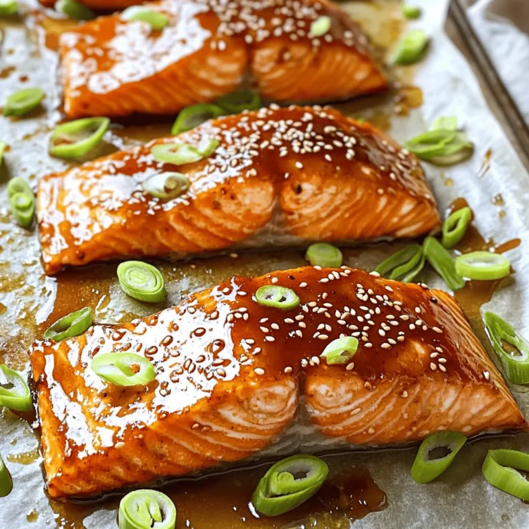 Um braunen Zucker glasierten Lachs zu machen, brauchst du einige einfache Zutaten. Diese sind: - 4 Lachsfilets - 60 ml brauner Zucker - 45 ml Sojasauce - 30 ml Dijon-Senf - 15 ml Olivenöl - 2 Knoblauchzehen, gehackt - 1 Esslöffel frischer Ingwer, gerieben - Salz und Pfeffer nach Geschmack - 1 Esslöffel Sesamsamen (zum Garnieren) - 2 Frühlingszwiebeln, in Ringe geschnitten (zum Garnieren) Jede dieser Zutaten bringt ihren eigenen Geschmack mit. Der braune Zucker sorgt für die süße Kruste, während die Sojasauce einen salzigen Kontrast bietet. Wenn du keine bestimmten Zutaten hast oder etwas ändern möchtest, gibt es gute Alternativen. Hier sind einige Vorschläge: - Lachsfilets: Du kannst auch Forelle oder Heilbutt verwenden. - Brauner Zucker: Honig oder Agavendicksaft sind süße Alternativen. - Dijon-Senf: Normaler Senf oder Honigsenf funktionieren ebenfalls. - Olivenöl: Rapsöl oder Sonnenblumenöl sind gute Optionen. - Frischer Ingwer: Ingwerpulver kann auch verwendet werden, jedoch in kleinerer Menge. Diese Ersatzstoffe helfen dir, das Rezept anzupassen, ohne den Geschmack stark zu verändern. Die Marinade ist der Schlüssel zu diesem Gericht. Hier sind einige Gewürze und Aromen, die du verwenden kannst, um den Geschmack zu verbessern: - Zitrone oder Limette: Ein Spritzer frischer Saft bringt Frische. - Chili-Flocken: Für einen leichten Schärfekick. - Koriander: Frische Blätter geben einen tollen Geschmack. - Sesamöl: Ein paar Tropfen bringen ein nussiges Aroma. Diese zusätzlichen Aromen machen deinen Lachs noch schmackhafter. Du kannst kreativ sein und die Aromen nach deinem Geschmack anpassen. Für die vollständige Zubereitung des Rezepts, sieh dir die [Full Recipe] an. Um die Marinade zuzubereiten, nehme eine kleine Schüssel. Vermische 60 ml braunen Zucker mit 45 ml Sojasauce. Füge 30 ml Dijon-Senf und 15 ml Olivenöl hinzu. Jetzt kommen 2 gehackte Knoblauchzehen und 1 Esslöffel geriebener Ingwer dazu. Rühre alles gut um, bis die Mischung glatt ist. Diese Marinade gibt den Lachsfilets einen tollen Geschmack. Nimm 4 Lachsfilets und lege sie in eine flache Schüssel oder einen Plastikbeutel. Gieße die Marinade gleichmäßig über den Lachs. Achte darauf, dass die Filets gut bedeckt sind. Lasse sie mindestens 30 Minuten bei Raumtemperatur oder bis zu 2 Stunden im Kühlschrank marinieren. Je länger du den Lachs mariniert, desto intensiver wird der Geschmack. Heize den Ofen auf 200°C vor. Lege ein Backblech mit Backpapier oder Aluminiumfolie aus. Platziere die marinierten Lachsfilets mit der Hautseite nach unten darauf. Backe den Lachs für 12-15 Minuten. Er ist fertig, wenn er durchgegart ist und sich leicht mit einer Gabel zerteilen lässt. Bestreiche die Filets zur Halbzeit mit der restlichen Marinade. Nach dem Backen lasse den Lachs einige Minuten ruhen. Garniere ihn mit Sesamsamen und geschnittenen Frühlingszwiebeln. Du kannst das vollständige Rezept in der Rubrik "Brauner Zucker Glasiert Lachs" nachlesen. Um den perfekten Lachs zu bekommen, achten Sie auf die Dicke der Filets. Dickere Stücke brauchen länger. Marinieren Sie den Lachs gut. Dadurch zieht der Geschmack ein. Backen Sie ihn bei 200 Grad Celsius. So wird er außen leicht knusprig und innen saftig. Überprüfen Sie nach 12 Minuten, ob der Lachs gar ist. Er sollte leicht mit einer Gabel zerteilt werden können. Wenn er noch roh aussieht, backen Sie ihn ein paar Minuten länger. Die Marinade ist der Schlüssel zu diesem Rezept. Sie können den braunen Zucker durch Honig ersetzen. Das gibt eine süße Note. Fügen Sie auch etwas Limettensaft hinzu. Das bringt Frische. Für einen scharfen Kick können Sie Chili oder Sriracha einrühren. Probieren Sie auch frische Kräuter wie Koriander oder Petersilie. So wird Ihr Lachs noch aromatischer. Nach dem Backen ist es wichtig, den Lachs ruhen zu lassen. Lassen Sie ihn etwa 5 Minuten so stehen. Das hilft, die Säfte zu bewahren. So wird der Lachs zart und saftig. Wenn Sie ihn sofort anschneiden, geht viel Geschmack verloren. Garnieren Sie den Lachs nach der Ruhezeit mit Sesamsamen und Frühlingszwiebeln. Das sieht nicht nur gut aus, sondern schmeckt auch noch besser. {{image_4}} Wenn du eine süß-salzige Note magst, probiere Honig. Honig passt perfekt zu Lachs. Du kannst ihn anstelle von braunem Zucker verwenden. Die Kombination aus Honig und Sojasauce bringt eine tolle Tiefe. Mische einfach die gleiche Menge Honig wie den braunen Zucker in der Marinade. Das gibt dem Lachs eine schöne Karamellisierung im Ofen. Für eine scharfe Variante füge Chili hinzu. Frische Chilis oder Chiliflocken bringen Würze. Du kannst sie direkt in die Marinade geben. Beginne mit einer kleinen Menge. So kontrollierst du die Schärfe. Diese pikante Note hebt den Geschmack des Lachses hervor. Es wird ein tolles Gericht für scharfe Gaumen! Grillen gibt dem Lachs einen rauchigen Geschmack. An einem Grill bekommst du eine schöne Kruste. Marinierte Lachsfilets einfach auf den Grill legen. Achte darauf, die Hitze nicht zu hoch einzustellen. Bei mittlerer Hitze gart der Lachs gleichmäßig. Das Grillen bringt neue Aromen hervor, die du lieben wirst. Um deinen braunen Zucker glasierten Lachs frisch zu halten, lege ihn in einen luftdichten Behälter. So bleibt der Lachs feucht und lecker. Du kannst ihn bis zu drei Tage im Kühlschrank aufbewahren. Achte darauf, den Lachs nicht zu lange offen zu lassen. Das kann den Geschmack beeinflussen. Wenn du mehr Lachs hast, als du essen kannst, friere die Reste ein. Wickele den Lachs fest in Frischhaltefolie und packe ihn dann in einen Gefrierbeutel. So bleibt der Lachs bis zu drei Monate frisch. Um die beste Qualität zu erhalten, beschrifte den Beutel mit dem Datum. Wenn du den Lachs wieder aufwärmen möchtest, mache es langsam. Heize den Ofen auf 150°C vor. Lege den Lachs auf ein Backblech und decke ihn mit Folie ab. So bleibt er saftig. Erwärme ihn für etwa 10-15 Minuten. Du kannst auch eine Mikrowelle verwenden, aber achte darauf, dass der Lachs nicht austrocknet. Ich empfehle, den Lachs mindestens 30 Minuten zu marinieren. So nehmen die Filets den Geschmack gut auf. Wenn du mehr Zeit hast, kannst du die Marinierzeit auf bis zu 2 Stunden verlängern. So wird der Geschmack noch intensiver und das Fleisch bleibt saftig. Ja, du kannst Ingwerpulver verwenden, wenn du keinen frischen Ingwer hast. Nutze etwa einen Teelöffel Ingwerpulver für die Marinade. Der Geschmack wird etwas anders sein, aber es funktioniert gut. Frischer Ingwer gibt mehr Schärfe und Aroma. Zu braunem Zucker glasiertem Lachs passen viele Beilagen. Hier sind einige Vorschläge: - Gedämpftes Gemüse wie Brokkoli oder grüne Bohnen - Reis oder Quinoa für eine sättigende Grundlage - Ein frischer Salat mit einem leichten Dressing - Süßkartoffelpüree für eine cremige Textur Diese Beilagen ergänzen den süßen und salzigen Geschmack des Lachses perfekt. Zusammenfassend haben wir die Hauptzutaten für den braunen Zucker glasierten Lachs besprochen. Ich habe erklärt, wie du die Marinade zubereitest und den Lachs backst. Tipps zur perfekten Textur und leckeren Variationen runden das Rezept ab. Denke auch an die richtige Aufbewahrung für Reste. Experimentiere mit Aromen und finde deine Lieblingsversion. So machst du ein einfaches Gericht zu etwas Besonderem. Viel Spaß beim Kochen!