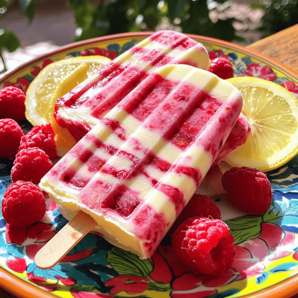 Für die Himbeer-Zitronen-Joghurt-Popsicles brauchst du folgende Zutaten: - 2 Tassen frische Himbeeren - 1/2 Tasse Honig (nach Belieben anpassen) - 1 Tasse griechischer Joghurt (natur) - 1/4 Tasse frischer Zitronensaft - Schale von 1 Zitrone - 1/4 Tasse Wasser - Eine Prise Salz Diese Zutaten sorgen für einen frischen und leckeren Geschmack. Die Kombination von Himbeeren und Zitronen bringt eine tolle Balance von Süße und Säure. Du kannst einige Zutaten nach deinem Geschmack anpassen. Hier sind einige Ideen: - Statt Honig kannst du Agavendicksaft oder Ahornsirup verwenden. - Für eine vegane Option nimm pflanzlichen Joghurt. - Füge frische Minze hinzu, um einen neuen Geschmack zu kreieren. Diese Anpassungen helfen, die Popsicles nach deinem Wunsch zu gestalten. Experimentiere mit verschiedenen Geschmäckern, um dein perfektes Rezept zu finden. Achte beim Einkaufen auf frische Himbeeren. Sie sollten fest und leuchtend rot sein. Vermeide zerdrückte oder matschige Beeren. Für die Zitronen wähle saftige, schwere Früchte. Drucke leicht auf die Schale. Wenn sie leicht nachgibt, sind sie reif. Diese frischen Zutaten machen deine Popsicles besonders lecker. Für das volle Rezept schau dir die [Full Recipe] an. Um Himbeer-Zitronen-Joghurt-Popsicles zuzubereiten, folge diesen einfachen Schritten: 1. Mixen: Gib die frischen Himbeeren, den Honig und das Wasser in einen Mixer. Mixe alles, bis du eine glatte Konsistenz hast. 2. Sieben: Siebe die Himbeermischung durch ein feines Sieb in eine Schüssel. So entfernst du die Kerne. Stelle die Mischung beiseite. 3. Joghurt-Mischung: In einer anderen Schüssel vermenge den griechischen Joghurt, den frischen Zitronensaft, die Zitronenschale und eine Prise Salz. Rühre gut um. 4. Schichten: Beginne mit dem Schichten der Popsicles. Gib einen Löffel Himbeermischung in die Form. 5. Joghurt hinzufügen: Füge eine Schicht der Zitronen-Joghurt-Mischung hinzu und glätte sie. 6. Weitere Schichten: Gib eine weitere Schicht Himbeermischung über die Joghurt-Schicht. Wiederhole, bis die Formen voll sind. Schließe mit Himbeermischung ab. 7. Einfrieren: Stecke die Stiele in die Formen und friere sie mindestens 4 Stunden lang ein. 8. Entfernen: Halte die Formen für einige Sekunden unter warmes Wasser, um die Popsicles herauszunehmen. Um die perfekte Textur zu erreichen, achte darauf, dass die Himbeermischung gut püriert ist. Eine glatte Konsistenz hilft, dass die Popsicles beim Essen nicht zu eisig werden. Die Joghurt-Mischung sollte auch gut verrührt sein. Dadurch bleibt die Mischung cremig und leicht. Die Schichtung bringt nicht nur Farbe, sondern auch Geschmack. Wenn du abwechselnd Himbeermischung und Joghurt schichtest, entstehen schöne Muster. Das sorgt für ein tolles Aussehen und macht das Essen der Popsicles spannender. Jede Schicht bietet einen neuen Geschmack, was die Popsicles besonders lecker macht. Für das vollständige Rezept und alle Details, schaue dir den [Full Recipe] an. Es gibt einige häufige Fehler, die du vermeiden solltest. Ein großer Fehler ist, die Himbeeren nicht richtig zu pürieren. Wenn du sie nicht gut mixst, bleiben Stücke übrig. Diese Stücke machen die Popsicles weniger glatt. Ein weiterer Fehler ist, die Mengen nicht genau zu messen. Wenn du zu viel Joghurt oder zu wenig Honig nimmst, kann der Geschmack leiden. Das Einfrieren ist der wichtigste Schritt. Stelle sicher, dass du die Popsicles mindestens vier Stunden lang einfrierst. Wenn du sie zu kurz einfrierst, werden sie nicht fest. Achte darauf, die Stiele gerade in die Formen zu stecken. Wenn sie schief sind, wird es schwierig, die Popsicles herauszunehmen. Du kannst die Formen auch leicht schütteln, um Luftblasen zu entfernen. Wähle griechischen Joghurt für die beste Textur. Er gibt den Popsicles eine cremige Konsistenz. Du kannst auch Joghurt mit Geschmack verwenden, um die Süße zu erhöhen. Wenn du einen milderen Geschmack möchtest, nimm normalen Joghurt. Experimentiere mit verschiedenen Marken, um deinen Favoriten zu finden. Ich empfehle, die Mischung vor dem Einfrieren zu probieren. So kannst du die Süße anpassen. Für das vollständige Rezept, schau dir das Rezept für Himbeer-Zitronen-Joghurt-Popsicles an. {{image_4}} Du kannst die Himbeer-Zitronen-Joghurt-Popsicles leicht anpassen. Probiere andere Beeren wie Erdbeeren oder Blaubeeren. Diese Früchte geben einen neuen Geschmack. Du kannst auch Limettensaft statt Zitronensaft verwenden. Das bringt eine frische Note. Für eine cremigere Textur füge mehr Joghurt hinzu. Für eine vegane Version, ersetze den Joghurt durch pflanzlichen Joghurt. Kokosjoghurt ist eine tolle Wahl. Anstelle von Honig kannst du Agavendicksaft verwenden. Diese Alternativen machen die Popsicles lecker und gesund. Für zuckerfreie Optionen nutze Stevia oder Erythrit. So bleibst du süß und gesund. Kombiniere Himbeeren mit anderen Früchten für neue Geschmäcker. Mango und Himbeeren passen gut zusammen. Die Süße der Mango ergänzt die Säure der Himbeeren. Auch Pfirsiche oder Kiwis sind tolle Ergänzungen. Mische die Früchte in der ersten Schicht oder der zweiten Schicht. So bekommst du bunte Popsicles, die toll aussehen und schmecken. Um die Himbeer-Zitronen-Joghurt-Popsicles frisch zu halten, lagere sie im Gefrierfach. Verwende dafür einen luftdichten Behälter oder einen Gefrierbeutel. So verhinderst du, dass sie Gefrierbrand bekommen. Achte darauf, dass die Popsicles gut abgedeckt sind. Die Popsicles bleiben bis zu zwei Monate im Gefrierschrank frisch. Nach dieser Zeit können sie an Geschmack und Textur verlieren. Es ist am besten, sie innerhalb von vier Wochen zu genießen. So schmecken sie am besten und sind am frischesten. Achte auf Veränderungen in Farbe oder Geruch. Wenn die Popsicles trüb aussehen oder unangenehm riechen, solltest du sie wegwerfen. Auch wenn sie Eisblumen oder einen seltsamen Geschmack haben, sind sie nicht mehr gut. Sicherheit geht immer vor. Du kannst die Popsicles bis zu zwei Monate im Gefrierschrank aufbewahren. Achte darauf, sie gut verpackt zu halten. Ein luftdichter Behälter hilft, die Frische zu bewahren. So bleiben sie lecker und cremig. Wenn du sie länger aufbewahrst, könnte sich die Textur etwas verändern. Ja, gefrorene Himbeeren sind eine gute Option. Sie sind oft günstiger und immer verfügbar. Achte darauf, dass du sie vorher auftauen lässt. So kannst du sie leichter mixen. Der Geschmack bleibt frisch und lecker. Du kannst auch die gefrorenen Früchte direkt in das Rezept einarbeiten. Ja, du kannst die Popsicles auch ohne spezielle Formen machen. Verwende einfach kleine Becher oder Muffinförmchen. Stecke einen Holzstab oder einen Löffel in die Mitte. Friere sie dann ein, bis sie fest sind. Diese Methode funktioniert gut und spart Geld. Es ist eine kreative Möglichkeit, Spaß beim Zubereiten zu haben. Diese Anleitung hat dir alles gegeben, was du benötigst, um köstliche Popsicles zu machen. Du hast die Zutaten kennengelernt und Tipps für frische Früchte erhalten. Die Schritt-für-Schritt-Anleitung hilft dir bei der perfekten Zubereitung. Achte auf die Textur und die Schichtung. Du kennst auch Variationen und Lagerungstipps. Probier deine eigenen Ideen aus und genieße die Vielfalt. So macht das Zubereiten Spaß!