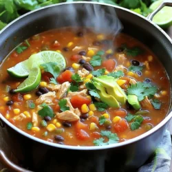 Für die Hähnchentacosuppe brauchen wir einige wichtige Zutaten, die zusammen einen tollen Geschmack ergeben. Hier ist die Liste: - 450 g Hähnchenbrustfilet ohne Haut und Knochen, gewürfelt - 1 Dose (425 g) schwarze Bohnen, abgetropft und abgespült - 1 Dose (425 g) Mais, abgetropft - 1 Dose (400 g) gewürfelte Tomaten mit grünen Chilis - 1 mittelgroße Zwiebel, gewürfelt - 2 Knoblauchzehen, fein gehackt - 1 Esslöffel Olivenöl - 1 Päckchen Taco-Gewürz (ca. 30 g) - 1 Liter Hühnerbrühe - Salz und Pfeffer nach Geschmack Die Gewürze sind der Schlüssel zu jedem Gericht. In dieser Suppe verwenden wir ein Päckchen Taco-Gewürz. Dieses Gewürz gibt der Suppe den typischen Taco-Geschmack. Es enthält oft Paprika, Kreuzkümmel und Knoblauch. Diese Aromen sind perfekt, um die anderen Zutaten zu ergänzen. Außerdem haben wir frischen Knoblauch und Zwiebel. Diese Zutaten bringen Tiefe und Aroma in die Suppe. Sie sind einfach und kosten wenig, aber sie machen einen großen Unterschied im Geschmack. Die Garnierungen sind das i-Tüpfelchen für unsere Suppe. Sie machen sie nicht nur schön, sondern auch noch leckerer. Hier sind einige tolle Vorschläge: - Frischer Koriander, gehackt - Avocadoscheiben - Limettenviertel zum Servieren Die frischen Zutaten geben der Suppe einen schönen Kontrast. Wenn du die Limette über die Suppe drückst, wird das Aroma noch besser. Für mehr Textur kannst du auch Tortilla-Chips oder geriebenen Käse hinzufügen. Diese Zutaten machen deine Hähnchentacosuppe besonders und lecker. Probiere es aus und entdecke die verschiedenen Geschmäcker! Du findest das vollständige Rezept im Abschnitt „Full Recipe“. Um die Hähnchentacosuppe zuzubereiten, starte mit frischen Zutaten. Du benötigst Hähnchen, Bohnen, Mais und Tomaten. Zuerst erhitzt du das Olivenöl in einem großen Topf. Füge die gewürfelte Zwiebel und den gehackten Knoblauch hinzu. Sauté bis die Zwiebel glasig wird. Das dauert etwa 3-4 Minuten. Dann gib das gewürfelte Hähnchen hinein. Koche es, bis es nicht mehr rosa ist, etwa 5-7 Minuten. Sobald das Hähnchen gar ist, streue das Taco-Gewürz darüber. Rühre alles gut um, damit das Hähnchen gleichmäßig gewürzt wird. Jetzt fügst du die schwarzen Bohnen, den Mais und die gewürfelten Tomaten hinzu. Gieße die Hühnerbrühe in den Topf und vermenge alles vorsichtig. Bringe die Suppe zum Köcheln und lass sie etwa 15-20 Minuten kochen. So verbinden sich die Aromen gut. Schmecke die Suppe ab und füge Salz und Pfeffer nach Belieben hinzu. Wenn du weniger Zeit hast, kannst du die Hähnchenstücke kleiner schneiden. Kleinere Stücke garen schneller. Achte darauf, die Suppe nicht zu lange zu kochen, um die Frische der Zutaten zu bewahren. Wenn du mehr Geschmack möchtest, kannst du die Kochzeit um einige Minuten verlängern. Schmecke die Suppe wieder ab, um sicherzustellen, dass alles perfekt ist. Du kannst die Suppe auch im Voraus zubereiten. Sie schmeckt oft am nächsten Tag noch besser. Du kannst das gesamte Rezept finden, um Schritt für Schritt zu folgen. Um die Aromen Ihrer Chicken Taco Soup zu perfektionieren, probieren Sie frische Zutaten. Frische Kräuter bringen mehr Geschmack. Verwenden Sie frischen Koriander und Limetten. Diese Zutaten heben die Aromen hervor. Ein Spritzer Limettensaft am Ende verstärkt die Frische. Lassen Sie die Suppe ein wenig länger kochen. So verbinden sich die Aromen besser. Ein großer Topf ist wichtig für diese Suppe. Ein Holzlöffel hilft beim Rühren, ohne den Topf zu zerkratzen. Verwenden Sie einen Messbecher für die Brühe und die Bohnen. Ein scharfes Messer ist wichtig, um die Zwiebel und den Knoblauch zu schneiden. Eine Küchenschürze schützt Ihre Kleidung vor Spritzern. Ein häufiger Fehler ist, die Zwiebel und den Knoblauch zu lange zu kochen. Sie sollten nur glasig sein, nicht braun. Achten Sie darauf, das Hähnchen nicht zu trocken zu kochen. Es sollte zart und saftig bleiben. Verwenden Sie nicht zu viel Salz zu früh. Besser, Sie schmecken später ab. Und denken Sie daran, die Bohnen gut abzuspülen. So vermeiden Sie zu viel Stärke. Für die vollständige Anleitung und Zutatenliste schauen Sie sich das Rezept [Full Recipe] an. {{image_4}} Wenn du eine vegetarische Option möchtest, ersetze das Hähnchen. Verwende stattdessen Kichererbsen oder Tofu. Diese bieten eine gute Proteinquelle. Du kannst auch mehr Bohnen oder Linsen verwenden. Das gibt der Suppe einen tollen Geschmack und eine gute Textur. Die Toppings machen die Suppe besonders. Du kannst frische Avocadoscheiben hinzufügen. Auch geriebener Käse passt gut dazu. Für einen extra Kick probiere Jalapeños oder scharfe Salsa. Frischer Koriander bringt Frische und Aroma. Wenn du Reste hast, verwende sie für neue Gerichte. Du kannst die Suppe über Reis oder Quinoa servieren. Auch als Füllung für Tortillas ist sie lecker. Mach kleine Taco-Wraps mit der Suppe. So schaffst du ganz neue Geschmackserlebnisse. Für das komplette Rezept schau dir die vollständige Anleitung an. Ich empfehle, die Hähnchentacosuppe in einem luftdichten Behälter aufzubewahren. Lassen Sie die Suppe zuerst abkühlen. Dann stellen Sie sicher, dass der Behälter gut verschlossen ist. So bleibt die Suppe frisch. Sie können die Suppe bis zu fünf Tage im Kühlschrank aufbewahren. Wenn Sie die Suppe länger aufbewahren möchten, frieren Sie sie ein. Nutzen Sie gefriergeeignete Behälter oder spezielle Gefrierbeutel. Teilen Sie die Suppe in Portionen auf. So können Sie nur die Menge auftauen, die Sie brauchen. Die Suppe bleibt bis zu drei Monate im Gefrierfach gut. Um die gefrorene Suppe aufzutauen, legen Sie sie über Nacht in den Kühlschrank. Erhitzen Sie die Suppe dann in einem Topf. Fügen Sie bei Bedarf etwas Brühe hinzu, um die Textur zu verbessern. So bleibt der Geschmack frisch und lecker. Genießen Sie die Suppe mit Ihren Lieblingsgarnierungen. Die Suppe hält sich gut im Kühlschrank. Du kannst sie bis zu fünf Tage aufbewahren. Stelle sicher, dass du sie in einem luftdichten Behälter lagerst. So bleibt sie frisch und lecker. Wenn du die Suppe länger aufbewahren möchtest, kannst du sie einfrieren. In einem gefrierfesten Behälter ist sie bis zu drei Monate haltbar. Ja, du kannst das Hähnchen leicht ersetzen. Optionen sind Rinderhackfleisch, Putenfleisch oder sogar schwarze Bohnen für eine vegetarische Variante. Wenn du Tofu verwendest, achte darauf, es gut zu würzen. So passt es gut zu den anderen Aromen der Suppe. Um die Suppe schärfer zu machen, kannst du frische Chilis hinzufügen. Jalapeños oder Serrano-Chilis sind tolle Optionen. Du kannst auch scharfe Salsa oder Cayennepfeffer verwenden. Beginne mit einer kleinen Menge und taste dich langsam voran. So kannst du den perfekten Schärfegrad für dich finden. Für die vollständige Zubereitung kannst du die [Full Recipe] einsehen. Die Hähnchentacosuppe vereint frische Zutaten und einfache Zubereitung. Wir haben die Hauptzutaten, Gewürze und praktische Tipps für perfekte Aromen besprochen. Es gibt auch Variationen für verschiedene Geschmäcker und Lagerhinweise für den späteren Genuss. Denken Sie daran, Ihrer Suppe eine persönliche Note zu geben, indem Sie Garnierungen ausprobieren. Mit diesen Schritten wird Ihre Suppe sicher jedem schmecken und im Gedächtnis bleiben. Genießen Sie Ihre Kreation!