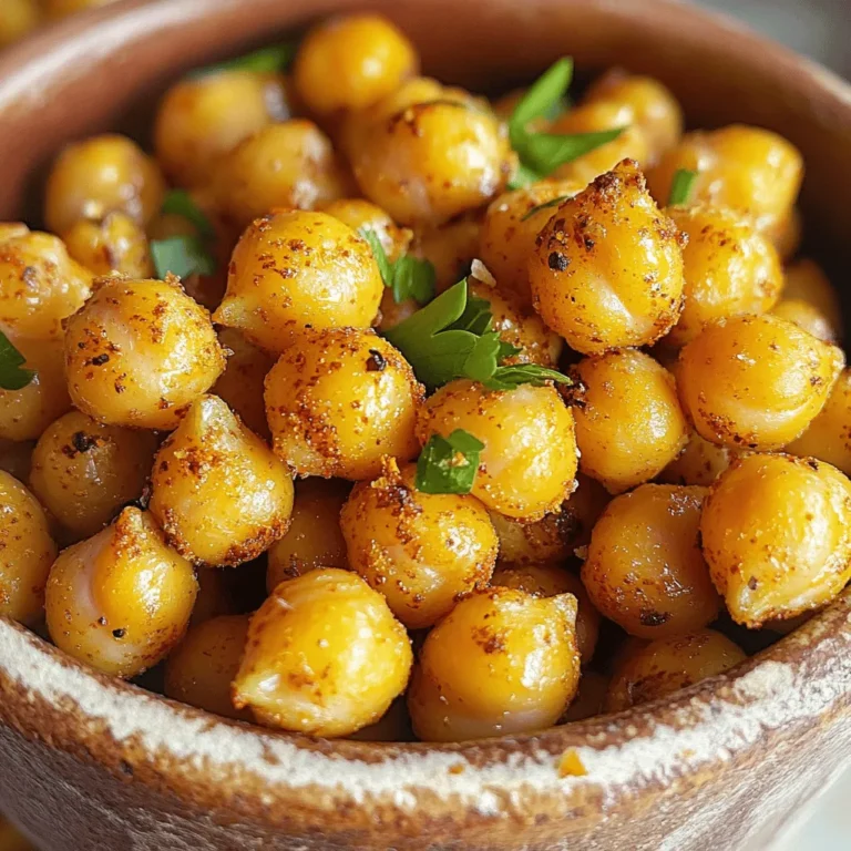 Um krosse Kichererbsen zu machen, brauchen wir einige einfache Zutaten. Hier ist, was du benötigst: - 1 Dose (450 g) Kichererbsen, abgetropft und abgespült - 2 Esslöffel Olivenöl - 1 Teelöffel Knoblauchpulver - 1 Teelöffel geräuchertes Paprikapulver - 1 Teelöffel Kreuzkümmel, gemahlen - ½ Teelöffel Salz - ½ Teelöffel schwarzer Pfeffer Diese Zutaten sind leicht zu finden und bieten viel Geschmack. Wenn du mehr Geschmack möchtest, kannst du ein paar optionale Zutaten hinzufügen. Hier sind einige Vorschläge: - Eine Prise Cayennepfeffer für extra Schärfe - Zitronensaft für einen frischen Kick - Geriebener Parmesan für einen herzhaften Touch Diese optionalen Zutaten geben deinen Kichererbsen eine neue Dimension. Kichererbsen sind nicht nur lecker, sondern auch gesund. Sie sind voll mit: - Protein, das beim Muskelaufbau hilft - Ballaststoffen, die die Verdauung fördern - Vitaminen und Mineralien, wie Eisen und Magnesium Sie sind eine tolle Snack-Option. Du kannst sie ohne schlechtes Gewissen genießen! Wenn du mehr über die Zubereitung erfahren willst, schau dir das [Full Recipe] an. Zuerst öffnen Sie die Dose Kichererbsen. Gießen Sie das Wasser ab und spülen Sie sie gut ab. Dies entfernt den Dosen-Geschmack. Danach legen Sie die Kichererbsen auf ein sauberes Küchentuch. Tupfen Sie sie trocken. Je trockener die Kichererbsen sind, desto knuspriger werden sie. Dies ist der erste Schritt für perfekte krosse Kichererbsen. In einer großen Schüssel geben Sie die trockenen Kichererbsen. Fügen Sie 2 Esslöffel Olivenöl hinzu. Dann kommen die Gewürze: 1 Teelöffel Knoblauchpulver, 1 Teelöffel geräuchertes Paprikapulver, 1 Teelöffel Kreuzkümmel, ½ Teelöffel Salz und ½ Teelöffel schwarzer Pfeffer. Wenn Sie es scharf mögen, können Sie auch eine Prise Cayennepfeffer hinzufügen. Mischen Sie alles gut, bis die Kichererbsen gleichmäßig beschichtet sind. Heizen Sie Ihren Ofen auf 220°C (425°F) vor. Legen Sie ein Backblech mit Backpapier aus. Verteilen Sie die gewürzten Kichererbsen in einer einzigen Schicht auf dem Blech. Rösten Sie sie für 25 bis 30 Minuten. Schütteln Sie das Blech nach der Hälfte der Zeit. So rösten die Kichererbsen gleichmäßig. Sehen Sie gut hin, damit sie nicht verbrennen. Sie sollen goldbraun und knusprig sein. Nach dem Rösten lassen Sie sie kurz abkühlen. Dies hilft, die Knusprigkeit zu verstärken. Für das volle Rezept schauen Sie sich die vollständige Anleitung an! Um die perfekte Knusprigkeit der Kichererbsen zu erreichen, ist Trocknen der Kichererbsen wichtig. Nach dem Abspülen sollten Sie sie gut abtrocknen. Ein Küchentuch hilft dabei. Kein Wasser sollte an den Kichererbsen bleiben. So wird die Röstung besser. Der Ofen muss heiß genug sein. 220°C ist ideal. Wenn das Blech zu voll ist, werden die Kichererbsen dampfen. Achten Sie darauf, dass sie in einer einzigen Schicht liegen. Und schütteln Sie das Blech in der Mitte der Röstzeit, um eine gleichmäßige Bräunung zu erzielen. Ein häufiger Fehler ist, die Kichererbsen nicht genug zu trocknen. Das führt zu weichen Kichererbsen. Auch zu viel Öl kann ein Problem sein. Benutzen Sie nur die angegebene Menge. Zu wenig Salz macht die Kichererbsen fad. Achten Sie auf die richtige Menge, um den Geschmack zu verbessern. Ein weiterer Fehler ist, die Kichererbsen nicht im Auge zu behalten. Sie sollten goldbraun sein, aber nicht verbrannt. Schauen Sie in den letzten Minuten öfter nach. Für dieses Rezept benötigen Sie einige einfache Geräte. Ein Backblech ist unerlässlich. Ein gutes Küchentuch hilft beim Trocknen. Auch eine Schüssel zum Mischen ist nötig. Ich empfehle, einen Spatel oder Löffel zu verwenden, um die Kichererbsen zu wenden. Ein Backpapier erleichtert die Reinigung. Wenn Sie eine Küchenwaage haben, kann diese nützlich sein, um die Zutaten genau abzuwiegen. Für das vollständige Rezept, schauen Sie sich die [Full Recipe] an. {{image_4}} Krosse Kichererbsen sind sehr vielseitig. Sie können die Gewürze nach Ihrem Geschmack ändern. Zum Beispiel, probieren Sie italienische Gewürze. Fügen Sie Oregano und Basilikum hinzu. Oder nutzen Sie asiatische Aromen. Fügen Sie Sojasauce und Ingwer hinzu. Lassen Sie Ihrer Kreativität freien Lauf und testen Sie neue Kombinationen. Haben Sie schon süße Kichererbsen probiert? Sie sind ein echter Hit! Verwenden Sie statt Gewürzen Zimt und Honig. Rösten Sie die Kichererbsen bis sie goldbraun sind. Diese süße Variante ist perfekt für Snacks oder Desserts. Genießen Sie sie auf Joghurt oder in Müslis. Kichererbsen passen gut zu vielen anderen Lebensmitteln. Mischen Sie sie mit Nüssen für einen tollen Snack. Fügen Sie getrocknete Früchte hinzu für mehr Geschmack. Sie können auch frisches Gemüse wie Paprika oder Karotten verwenden. Diese Kombinationen machen Ihre Snacks noch gesünder. Sie können die krossen Kichererbsen auch als Topping für Salate verwenden. Das gibt zusätzlichen Crunch und Nährstoffe. Für das komplette Rezept, siehe [Full Recipe]. Um die Frische Ihrer krossen Kichererbsen zu sichern, lagern Sie sie in einem luftdichten Behälter. Wählen Sie einen Behälter aus Glas oder Kunststoff, der gut schließt. So bleibt der Geschmack erhalten. Stellen Sie den Behälter an einen kühlen, dunklen Ort. Vermeiden Sie direkte Sonne oder Wärmequellen. Geröstete Kichererbsen bleiben bei richtiger Lagerung etwa eine Woche knusprig. Nach dieser Zeit können sie weich werden. Es ist besser, sie frisch zu genießen. Wenn Sie größere Mengen machen, teilen Sie sie in kleine Portionen auf. So bleibt jede Portion frisch. Um die Knusprigkeit zu erhalten, vermeiden Sie Feuchtigkeit. Fügen Sie keine feuchten Zutaten hinzu, wenn Sie sie lagern. Wenn sie weich werden, können Sie sie kurz im Ofen aufbacken. Stellen Sie den Ofen auf 180°C und rösten Sie sie für 5 bis 10 Minuten. So werden sie wieder knusprig. Für das vollständige Rezept schauen Sie sich das [Full Recipe] an. Kichererbsen rösten dauert etwa 25 bis 30 Minuten. Achten Sie darauf, sie alle 10 Minuten zu schütteln. So rösten sie gleichmäßig. Die Kichererbsen sollten goldbraun und knusprig sein. Ich empfehle, sie in den letzten Minuten gut im Auge zu behalten. Zu langes Rösten kann sie verbrennen. Ja, Sie können frische Kichererbsen verwenden, aber sie müssen zuerst gekocht werden. Frische Kichererbsen sollten etwa 1 bis 1,5 Stunden gekocht werden. Nach dem Kochen können Sie die Kichererbsen abkühlen lassen und dann nach dem Rezept weiterarbeiten. Das Rösten kann einige Minuten länger dauern, also testen Sie regelmäßig die Knusprigkeit. Ja, geröstete Kichererbsen sind sehr gesund. Sie sind reich an Proteinen und Ballaststoffen. Diese Nährstoffe helfen, den Hunger zu stillen und die Verdauung zu fördern. Kichererbsen enthalten auch wichtige Vitamine und Mineralien. Sie können sie in Ihrer Ernährung als Snack oder als Beilage zu Ihren Mahlzeiten nutzen. Krosse Kichererbsen sind einfach zuzubereiten und bieten viele Vorteile. Wir haben die Hauptzutaten, die Zubereitung und den perfekten Röstprozess behandelt. Auch Tipps für die beste Knusprigkeit und Lagermethoden haben wir besprochen. Geröstete Kichererbsen können eine gesunde und vielseitige Snack-Option sein. Experimentieren Sie mit verschiedenen Gewürzen, um Ihre Lieblinge zu finden. Verpassen Sie nicht die Möglichkeit, eine leckere und nahrhafte Nascherei zu genießen!