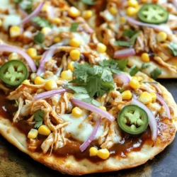 - 2 große Fladenbrote oder Naan - 2 Tassen gekochtes Hähnchen, zerrupft - 1 Tasse BBQ-Sauce (deiner Wahl) Die Hauptzutaten sind einfach und lecker. Du brauchst Fladenbrote oder Naan, die eine perfekte Basis bieten. Zerrupftes Hähnchen ist die Hauptproteinquelle. BBQ-Sauce sorgt für den tollen Geschmack. Diese Mischung macht die Pizza besonders saftig. - 1 Tasse geriebener Mozzarella-Käse - 1/2 Tasse rote Zwiebel, dünn geschnitten - 1/2 Tasse Maiskörner (frisch, gefroren oder aus der Dose) Zusätzlich kannst du Mozzarella-Käse verwenden. Er schmilzt schön und macht die Pizza cremig. Rote Zwiebeln geben einen scharfen Kick. Mais sorgt für Süße und Textur. Diese Zutaten ergänzen sich wunderbar. - 1 Esslöffel Olivenöl - Salz und Pfeffer nach Geschmack - 1/4 Tasse frischer Koriander, gehackt (zum Garnieren) - Optional: 1/2 Tasse geschnittene Jalapeños für Schärfe Ein Esslöffel Olivenöl macht die Fladenbrote knusprig. Salz und Pfeffer bringen den Geschmack hervor. Frischer Koriander ist ein tolles Finish. Wenn du es scharf magst, sind Jalapeños eine gute Wahl. Sie bringen einen feurigen Kick. Für das volle Rezept kannst du die [Full Recipe] ansehen. Jetzt bist du bereit, deine BBQ Hähnchen-Fladenbrot-Pizza zu machen! Heize deinen Ofen auf 220 °C (425 °F) vor. Das ist wichtig, damit die Pizza gut backt. Während der Ofen warm wird, bereite die Zutaten vor. Nimm das gekochte Hähnchen und zerrupfe es in kleine Stücke. Vermenge das Hähnchen in einer Schüssel mit der BBQ-Sauce. Rühre gut um, bis die Stücke gleichmäßig bedeckt sind. Dieser Schritt macht das Hähnchen saftig und voller Geschmack. Lege die Fladenbrote auf ein Backblech oder einen Pizzastein. Bestreiche die Oberflächen der Fladenbrote mit einer dünnen Schicht Olivenöl. Das hilft, dass die Ränder beim Backen knusprig werden. Jetzt kommt die BBQ-Hähnchen-Mischung. Verteile sie gleichmäßig auf jedem Fladenbrot. Achte darauf, dass das Hähnchen gut verteilt ist, damit jeder Bissen lecker ist. Jetzt streue den geriebenen Mozzarella-Käse großzügig über das Hähnchen. Füge dann die geschnittenen roten Zwiebeln und die Maiskörner hinzu. Wenn du es scharf magst, kannst du auch die Jalapeños oben drauflegen. Würze alles mit Salz und Pfeffer nach Geschmack. In den vorgeheizten Ofen kommt die Pizza für etwa 10-12 Minuten. Der Käse sollte geschmolzen und sprudelnd sein. Die Ränder der Fladenbrote sollten goldbraun werden. Nimm die Pizzen aus dem Ofen. Lass sie kurz abkühlen und garniere sie mit frischem Koriander. Schneide sie dann in Stücke und genieße die leckere BBQ Hähnchen-Fladenbrot-Pizza! Um den Boden perfekt knusprig zu machen, benutze Olivenöl. Verteile eine dünne Schicht auf dem Fladenbrot. Das hilft, dass es beim Backen schön knusprig wird. Ein weiterer Tipp ist, die Fladenbrote vor dem Belegen leicht vorzubacken. Das gibt dir eine tolle Basis. Für noch mehr Knusprigkeit empfehle ich einen Pizzastein. Dieser speichert die Hitze gut. Lege den Pizzastein in den Ofen, wenn du ihn vorheizt. Backe die Pizzen direkt auf dem heißen Stein. So wird der Boden besonders lecker und knusprig. Die BBQ-Sauce macht viel aus. Wähle eine Sauce nach deinem Geschmack. Süße Saucen passen gut zu Hähnchen. Wenn du es schärfer magst, nimm eine rauchige oder scharfe Sauce. Probiere verschiedene Marken aus, um deine Lieblingssauce zu finden. Wenn du eine eigene BBQ-Sauce machen willst, ist das einfach. Mische Ketchup, Honig und etwas Essig. Füge Gewürze wie Paprika oder Knoblauch hinzu. So hast du eine schnelle, leckere Sauce, die perfekt für die Pizza ist. Zu BBQ Hähnchen-Fladenbrot-Pizza passen viele Beilagen. Ein frischer Salat ist ideal. Er bringt einen knackigen Kontrast. Ein einfacher grüner Salat mit einem leichten Dressing ist perfekt. Dips sind auch eine gute Wahl. Guacamole oder Sour Cream passen gut dazu. Sie bieten eine cremige Note, die gut mit der Pizza harmoniert. Probiere auch etwas frischen Koriander darüber zu streuen. Das gibt den letzten Schliff zu deinem Gericht. {{image_4}} Eine Gemüse-Flatbread-Pizza ist eine tolle Wahl. Du kannst zum Beispiel Oliven und Paprika verwenden. Diese Zutaten bringen Farbe und Geschmack. Füge auch etwas Zucchini oder Spinat hinzu für mehr Frische. Statt Hähnchen kannst du pflanzliche Proteinquellen nutzen. Kichererbsen oder Tofu sind perfekt. Sie bieten viel Protein und machen die Pizza sättigend. Wenn du es scharf magst, füge scharfe Saucen hinzu. Jalapeños geben der Pizza einen feurigen Kick. Du kannst auch eine scharfe BBQ-Sauce wählen. Diese sorgt für einen tollen Geschmack. Mixe die BBQ-Sauce mit etwas Chili, um die Schärfe zu steigern. So wird deine BBQ-Hähnchen-Pizza noch aufregender. Die BBQ-Fladenbrot-Pizza kommt ursprünglich aus den USA. Sie hat dort viele Fans. Aber du kannst auch internationale Einflüsse hinzufügen. Zum Beispiel kannst du italienische Kräuter verwenden. Oder füge asiatische Saucen hinzu, um einen neuen Geschmack zu kreieren. Mit diesen Ideen wird deine Pizza einzigartig und lecker. Um deine BBQ Hähnchen-Fladenbrot-Pizza frisch zu halten, lege sie in den Kühlschrank. Wickel sie gut in Frischhaltefolie oder lege sie in einen luftdichten Behälter. So bleibt die Pizza für zwei bis drei Tage gut. Wenn du mehr Zeit hast, friere die Pizza ein. Schneide sie in Stücke und lege sie in einen Gefrierbeutel. Beschrifte den Beutel mit dem Datum. So kannst du die Pizza bis zu drei Monate lagern. Um die Pizza wieder aufzuwärmen, benutze den Ofen. Heize ihn auf 180 °C (350 °F) vor. Lege die Pizza auf ein Backblech. Backe sie für etwa 10 Minuten. So wird die Pizza knusprig. Vermeide die Mikrowelle, denn sie macht den Boden matschig. Wenn du die Pizza in der Mikrowelle aufwärmst, lege ein Papiertuch darunter. Das hilft, etwas Feuchtigkeit aufzunehmen. Frischkäse hält im Kühlschrank etwa eine Woche. Achte auf das Haltbarkeitsdatum. BBQ-Sauce kann bis zu einem Monat nach dem Öffnen haltbar sein. Lagere sie im Kühlschrank. Wenn du Reste hast, verwende sie in anderen Gerichten. Du kannst die BBQ-Sauce als Marinade oder Dip nutzen. So vermeidest du Lebensmittelverschwendung und genießt gleichzeitig neue Geschmäcker. Die Zubereitung der BBQ Hähnchen-Fladenbrot-Pizza dauert insgesamt etwa 22 Minuten. Die Vorbereitungszeit beträgt etwa 10 Minuten. Du musst zuerst den Ofen auf 220 °C vorheizen. Dann vermischst du das zerrupfte Hähnchen mit der BBQ-Sauce. Während das Hähnchen mariniert, bereitest du die Fladenbrote vor. Schließlich backst du die Pizza für 10-12 Minuten. So schnell hast du eine leckere Pizza auf dem Tisch! Ja, du kannst die BBQ Hähnchen-Fladenbrot-Pizza im Voraus zubereiten. Du kannst die Fladenbrote mit der BBQ-Hähnchen-Mischung belegen und sie dann in den Kühlschrank stellen. Achte darauf, die Pizza gut abzudecken, damit sie nicht austrocknet. Wenn du bereit bist zu essen, heize den Ofen vor und backe die Pizza einfach für 10-12 Minuten. So sparst du Zeit! Wenn du kein Hähnchen magst, gibt es viele Alternativen. Du kannst Pulled Pork oder Rindfleisch verwenden. Veganer und Vegetarier können gegrilltes Gemüse wie Paprika, Zucchini und Auberginen verwenden. Auch Kichererbsen oder schwarze Bohnen sind gute proteinreiche Optionen. Diese Alternativen machen die Pizza genauso lecker und vielfältig! Diese BBQ Hähnchen-Fladenbrot-Pizza ist einfach zuzubereiten und macht Spaß. Wir haben die Hauptzutaten, den Backprozess und nützliche Tipps behandelt. Du hast auch verschiedene Varianten entdeckt, um deine Pizza noch interessanter zu gestalten. Vergiss nicht, auch die Resteverwertung zu beachten, um kein Essen zu verschwenden. Mit diesen einfachen Schritten und Ideen kannst du schnell eine leckere Pizza genießen. Spaß und Genuss sind garantiert!