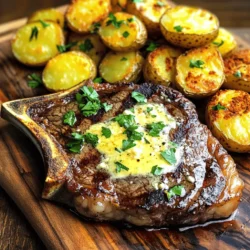 Für ein großartiges Knoblauchbutter Steak und Kartoffeln benötigst du: - 2 Ribeye-Steaks (ca. 2,5 cm dick) - 2 Esslöffel Olivenöl - 4 Esslöffel ungesalzene Butter - 5 Knoblauchzehen, fein gehackt - 1 Esslöffel frischer Rosmarin, gehackt - Salz und Pfeffer nach Geschmack - 4 mittelgroße Yukon Gold Kartoffeln, gewürfelt - 1 Teelöffel geräuchertes Paprikapulver - Frische Petersilie, gehackt, zum Garnieren Du kannst das Gericht noch besser machen, indem du weitere Gewürze hinzufügst. Zum Beispiel: - Thymian oder Oregano für mehr Aroma - Chili-Flocken für eine scharfe Note - Zitronensaft für frische Säure Wenn du keine Ribeye-Steaks hast, kannst du auch andere Fleischsorten verwenden: - Filetsteak für einen zarten Biss - Hühnchenbrust für eine leichtere Option - Gemüse wie Zucchini oder Auberginen für eine vegetarische Variante Mit diesen Zutaten kannst du die besten Knoblauchbutter Steak und Kartoffeln zubereiten. Du findest das vollständige Rezept [Full Recipe]. Heize deinen Ofen auf 220°C vor. Nimm eine große Schüssel und gib die gewürfelten Kartoffeln hinein. Füge 1 Esslöffel Olivenöl, geräuchertes Paprikapulver, Salz und Pfeffer hinzu. Mische alles gut, so dass die Kartoffeln gleichmäßig gewürzt sind. Lege die Kartoffeln auf ein Backblech. Röste sie für etwa 25-30 Minuten im Ofen. Wende die Kartoffeln zur Hälfte der Garzeit, damit sie knusprig werden. Während die Kartoffeln backen, nimm die Ribeye-Steaks aus dem Kühlschrank. Lass sie etwa 15 Minuten bei Raumtemperatur ruhen. Tupfe die Steaks mit Küchenpapier trocken. Würze sie großzügig mit Salz und Pfeffer auf beiden Seiten. Erhitze 1 Esslöffel Olivenöl in einer großen Pfanne bei mittelhoher Hitze. Lege die Steaks in die Pfanne, wenn das Öl heiß ist. Brate sie für 4-5 Minuten auf jeder Seite, um einen mittleren Gargrad zu erreichen. Senke die Hitze auf mittlere bis niedrige Stufe. Füge 4 Esslöffel ungesalzene Butter, 5 fein gehackte Knoblauchzehen und 1 Esslöffel gehackten Rosmarin in die Pfanne hinzu. Während die Butter schmilzt, löffel die Mischung über die Steaks. Lass sie für eine weitere Minute garen. Nimm die Steaks aus der Pfanne und lasse sie 5 Minuten ruhen. Dies hilft, die Säfte im Steak zu verteilen. Mische die knusprigen Kartoffeln mit etwas Knoblauchbutter aus der Pfanne. Schneide die Steaks gegen die Faser in Scheiben. Serviere sie mit den Kartoffeln und träufle die restliche Knoblauchbutter darüber. Garnieren mit frischer Petersilie. Für das ganze Rezept sieh dir die [Full Recipe] an. Um ein tolles Steak zu machen, starte mit der richtigen Temperatur. Lass das Steak vor dem Braten etwa 15 Minuten bei Raumtemperatur ruhen. So gart es gleichmäßiger. Würze es großzügig mit Salz und Pfeffer. Das hilft, den Geschmack zu verstärken. Erhitze die Pfanne gut. Ein heißer Pfannenboden sorgt für eine schöne Kruste. Brate das Steak nicht zu lange. Vier bis fünf Minuten auf jeder Seite sind ideal für mittel. Für knusprige Kartoffeln ist es wichtig, sie gut vorzubereiten. Schneide die Kartoffeln gleichmäßig, damit sie gleichmäßig garen. Mische sie mit Olivenöl, Salz und Paprika. Das gibt Geschmack und Farbe. Verteile die Kartoffeln auf einem Blech, ohne sie zu überlappen. So werden sie schön knusprig. Wende die Kartoffeln während des Garens einmal, um eine gleichmäßige Bräunung zu erreichen. Das Rösten bei hoher Temperatur hilft, die perfekte Knusprigkeit zu erzielen. Eine ansprechende Präsentation macht das Essen noch besser. Lege das Steak auf den Teller und schneide es gegen die Faser auf. So sieht es toll aus und bleibt saftig. Arrangiere die knusprigen Kartoffeln daneben. Du kannst sie mit frischer Petersilie garnieren. Ein Spritzer frischer Zitrone bringt Farbe und Geschmack. Zudem kannst du etwas Knoblauchbutter über das Steak und die Kartoffeln träufeln. Das sorgt für einen schönen Glanz und verstärkt den Geschmack. {{image_4}} Egal, ob Sie Rindfleisch, Schweinefleisch oder Hähnchen verwenden, die Knoblauchbutter passt gut zu jedem. Für Schweinefilet können Sie die gleiche Knoblauchbutter verwenden. Das Fleisch wird zart und aromatisch. Bei Hähnchenbrust können Sie die Steaks einfach mit der Butter übergießen, um Geschmack hinzuzufügen. Achten Sie darauf, die Garzeit anzupassen, da Hähnchen schneller kocht. Für eine vegetarische Option können Sie Portobello-Pilze verwenden. Diese Pilze sind fleischig und nehmen die Aromen der Knoblauchbutter gut auf. Sie können auch Zucchini oder Auberginen grillen. Schneiden Sie das Gemüse in dicke Scheiben und braten Sie es in der Knoblauchbutter. So erhalten Sie ein leckeres und gesundes Gericht. Die Knoblauchbutter kann leicht variiert werden. Fügen Sie Zitronensaft für Frische hinzu oder mischen Sie Chili für eine scharfe Note. Kräuter wie Thymian oder Oregano geben einen neuen Geschmack. Sie können sogar Käse wie Parmesan in die Butter mischen. So wird Ihre Knoblauchbutter noch reichhaltiger und köstlicher. Diese Abwandlungen machen das Rezept spannend und einzigartig. Für mehr Details zu diesem Rezept schauen Sie sich das [Full Recipe] an. Um Ihr Knoblauchbutter Steak und die Kartoffeln frisch zu halten, lassen Sie sie zuerst auf Raumtemperatur abkühlen. Packen Sie das Steak in Frischhaltefolie oder legen Sie es in einen luftdichten Behälter. Für die Kartoffeln nutzen Sie einen separaten Behälter. So bleibt der Geschmack erhalten und die Speisen werden nicht matschig. Erwärmen Sie das Steak in einer Pfanne bei niedriger Hitze. Fügen Sie etwas Butter hinzu, um die Feuchtigkeit zu erhalten. Für die Kartoffeln nutzen Sie den Ofen oder die Mikrowelle. Im Ofen werden sie wieder knusprig. Decken Sie die Kartoffeln mit einem feuchten Küchentuch ab, wenn Sie die Mikrowelle wählen. So bleiben sie nicht trocken. Im Kühlschrank bleibt Ihr Steak bis zu drei Tage frisch. Die Kartoffeln sind ebenfalls bis zu drei Tage haltbar. Für eine längere Lagerung können Sie das Steak auch einfrieren. Im Gefrierschrank hält es bis zu drei Monate. Denken Sie daran, das Steak gut zu verpacken, um Gefrierbrand zu vermeiden. Um ein zartes Steak zu machen, ist die Auswahl des Fleisches wichtig. Ribeye-Steaks sind großartig, da sie gut marmoriert sind. Diese Marmorierung sorgt für Geschmack und Saftigkeit. Lass das Steak vor dem Kochen auf Raumtemperatur kommen. Dies hilft, es gleichmäßig zu garen. Würze es großzügig mit Salz und Pfeffer. Das Anbraten bei hoher Hitze schafft eine schöne Kruste. Verwende eine Mischung aus Butter und Knoblauch, um den Geschmack zu verbessern. Zu Steak und Kartoffeln passen viele Gemüsearten. Grüne Bohnen sind frisch und knackig. Sie bieten einen schönen Kontrast zu den herzhaften Aromen. Auch gebratene Champignons sind eine gute Wahl. Sie haben eine umami-reiche Note, die gut harmoniert. Ein einfacher gemischter Salat bringt Frische ins Gericht. Verwende Rucola oder Spinat für etwas Schärfe. So hast du eine ausgewogene Mahlzeit. Wenn du keinen Rosmarin hast, kannst du Thymian verwenden. Thymian hat einen ähnlichen, aber milderen Geschmack. Oregano ist eine weitere gute Wahl. Sein Geschmack passt gut zu Steak. Petersilie bringt Frische ins Gericht. Du kannst auch Basilikum oder Estragon ausprobieren. Sei kreativ und finde die Kräuter, die du magst! Sie können das Gericht ganz anders machen. Für das vollständige Rezept schaue dir die Sektion [Full Recipe] an. Zusammenfassend haben wir die besten Zutaten für Steak und Kartoffeln erkundet. Wir haben die genauen Schritte zur Zubereitung und die besten Tipps für ein perfektes Gericht behandelt. Variationen bieten Ihnen viele Möglichkeiten, und die Aufbewahrungsinformationen helfen, Ihre Reste richtig zu lagern. Denken Sie daran, dass ein gut zubereitetes Steak und knusprige Kartoffeln nicht nur schmecken, sondern auch beeindrucken. Experimentieren Sie mit den empfohlenen Optionen und genießen Sie Ihr Gericht!