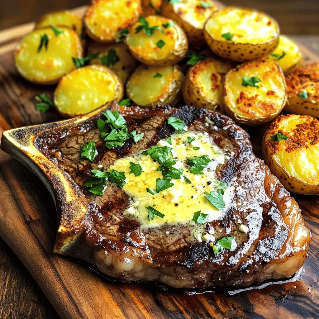 Für ein großartiges Knoblauchbutter Steak und Kartoffeln benötigst du: - 2 Ribeye-Steaks (ca. 2,5 cm dick) - 2 Esslöffel Olivenöl - 4 Esslöffel ungesalzene Butter - 5 Knoblauchzehen, fein gehackt - 1 Esslöffel frischer Rosmarin, gehackt - Salz und Pfeffer nach Geschmack - 4 mittelgroße Yukon Gold Kartoffeln, gewürfelt - 1 Teelöffel geräuchertes Paprikapulver - Frische Petersilie, gehackt, zum Garnieren Du kannst das Gericht noch besser machen, indem du weitere Gewürze hinzufügst. Zum Beispiel: - Thymian oder Oregano für mehr Aroma - Chili-Flocken für eine scharfe Note - Zitronensaft für frische Säure Wenn du keine Ribeye-Steaks hast, kannst du auch andere Fleischsorten verwenden: - Filetsteak für einen zarten Biss - Hühnchenbrust für eine leichtere Option - Gemüse wie Zucchini oder Auberginen für eine vegetarische Variante Mit diesen Zutaten kannst du die besten Knoblauchbutter Steak und Kartoffeln zubereiten. Du findest das vollständige Rezept [Full Recipe]. Heize deinen Ofen auf 220°C vor. Nimm eine große Schüssel und gib die gewürfelten Kartoffeln hinein. Füge 1 Esslöffel Olivenöl, geräuchertes Paprikapulver, Salz und Pfeffer hinzu. Mische alles gut, so dass die Kartoffeln gleichmäßig gewürzt sind. Lege die Kartoffeln auf ein Backblech. Röste sie für etwa 25-30 Minuten im Ofen. Wende die Kartoffeln zur Hälfte der Garzeit, damit sie knusprig werden. Während die Kartoffeln backen, nimm die Ribeye-Steaks aus dem Kühlschrank. Lass sie etwa 15 Minuten bei Raumtemperatur ruhen. Tupfe die Steaks mit Küchenpapier trocken. Würze sie großzügig mit Salz und Pfeffer auf beiden Seiten. Erhitze 1 Esslöffel Olivenöl in einer großen Pfanne bei mittelhoher Hitze. Lege die Steaks in die Pfanne, wenn das Öl heiß ist. Brate sie für 4-5 Minuten auf jeder Seite, um einen mittleren Gargrad zu erreichen. Senke die Hitze auf mittlere bis niedrige Stufe. Füge 4 Esslöffel ungesalzene Butter, 5 fein gehackte Knoblauchzehen und 1 Esslöffel gehackten Rosmarin in die Pfanne hinzu. Während die Butter schmilzt, löffel die Mischung über die Steaks. Lass sie für eine weitere Minute garen. Nimm die Steaks aus der Pfanne und lasse sie 5 Minuten ruhen. Dies hilft, die Säfte im Steak zu verteilen. Mische die knusprigen Kartoffeln mit etwas Knoblauchbutter aus der Pfanne. Schneide die Steaks gegen die Faser in Scheiben. Serviere sie mit den Kartoffeln und träufle die restliche Knoblauchbutter darüber. Garnieren mit frischer Petersilie. Für das ganze Rezept sieh dir die [Full Recipe] an. Um ein tolles Steak zu machen, starte mit der richtigen Temperatur. Lass das Steak vor dem Braten etwa 15 Minuten bei Raumtemperatur ruhen. So gart es gleichmäßiger. Würze es großzügig mit Salz und Pfeffer. Das hilft, den Geschmack zu verstärken. Erhitze die Pfanne gut. Ein heißer Pfannenboden sorgt für eine schöne Kruste. Brate das Steak nicht zu lange. Vier bis fünf Minuten auf jeder Seite sind ideal für mittel. Für knusprige Kartoffeln ist es wichtig, sie gut vorzubereiten. Schneide die Kartoffeln gleichmäßig, damit sie gleichmäßig garen. Mische sie mit Olivenöl, Salz und Paprika. Das gibt Geschmack und Farbe. Verteile die Kartoffeln auf einem Blech, ohne sie zu überlappen. So werden sie schön knusprig. Wende die Kartoffeln während des Garens einmal, um eine gleichmäßige Bräunung zu erreichen. Das Rösten bei hoher Temperatur hilft, die perfekte Knusprigkeit zu erzielen. Eine ansprechende Präsentation macht das Essen noch besser. Lege das Steak auf den Teller und schneide es gegen die Faser auf. So sieht es toll aus und bleibt saftig. Arrangiere die knusprigen Kartoffeln daneben. Du kannst sie mit frischer Petersilie garnieren. Ein Spritzer frischer Zitrone bringt Farbe und Geschmack. Zudem kannst du etwas Knoblauchbutter über das Steak und die Kartoffeln träufeln. Das sorgt für einen schönen Glanz und verstärkt den Geschmack. {{image_4}} Egal, ob Sie Rindfleisch, Schweinefleisch oder Hähnchen verwenden, die Knoblauchbutter passt gut zu jedem. Für Schweinefilet können Sie die gleiche Knoblauchbutter verwenden. Das Fleisch wird zart und aromatisch. Bei Hähnchenbrust können Sie die Steaks einfach mit der Butter übergießen, um Geschmack hinzuzufügen. Achten Sie darauf, die Garzeit anzupassen, da Hähnchen schneller kocht. Für eine vegetarische Option können Sie Portobello-Pilze verwenden. Diese Pilze sind fleischig und nehmen die Aromen der Knoblauchbutter gut auf. Sie können auch Zucchini oder Auberginen grillen. Schneiden Sie das Gemüse in dicke Scheiben und braten Sie es in der Knoblauchbutter. So erhalten Sie ein leckeres und gesundes Gericht. Die Knoblauchbutter kann leicht variiert werden. Fügen Sie Zitronensaft für Frische hinzu oder mischen Sie Chili für eine scharfe Note. Kräuter wie Thymian oder Oregano geben einen neuen Geschmack. Sie können sogar Käse wie Parmesan in die Butter mischen. So wird Ihre Knoblauchbutter noch reichhaltiger und köstlicher. Diese Abwandlungen machen das Rezept spannend und einzigartig. Für mehr Details zu diesem Rezept schauen Sie sich das [Full Recipe] an. Um Ihr Knoblauchbutter Steak und die Kartoffeln frisch zu halten, lassen Sie sie zuerst auf Raumtemperatur abkühlen. Packen Sie das Steak in Frischhaltefolie oder legen Sie es in einen luftdichten Behälter. Für die Kartoffeln nutzen Sie einen separaten Behälter. So bleibt der Geschmack erhalten und die Speisen werden nicht matschig. Erwärmen Sie das Steak in einer Pfanne bei niedriger Hitze. Fügen Sie etwas Butter hinzu, um die Feuchtigkeit zu erhalten. Für die Kartoffeln nutzen Sie den Ofen oder die Mikrowelle. Im Ofen werden sie wieder knusprig. Decken Sie die Kartoffeln mit einem feuchten Küchentuch ab, wenn Sie die Mikrowelle wählen. So bleiben sie nicht trocken. Im Kühlschrank bleibt Ihr Steak bis zu drei Tage frisch. Die Kartoffeln sind ebenfalls bis zu drei Tage haltbar. Für eine längere Lagerung können Sie das Steak auch einfrieren. Im Gefrierschrank hält es bis zu drei Monate. Denken Sie daran, das Steak gut zu verpacken, um Gefrierbrand zu vermeiden. Um ein zartes Steak zu machen, ist die Auswahl des Fleisches wichtig. Ribeye-Steaks sind großartig, da sie gut marmoriert sind. Diese Marmorierung sorgt für Geschmack und Saftigkeit. Lass das Steak vor dem Kochen auf Raumtemperatur kommen. Dies hilft, es gleichmäßig zu garen. Würze es großzügig mit Salz und Pfeffer. Das Anbraten bei hoher Hitze schafft eine schöne Kruste. Verwende eine Mischung aus Butter und Knoblauch, um den Geschmack zu verbessern. Zu Steak und Kartoffeln passen viele Gemüsearten. Grüne Bohnen sind frisch und knackig. Sie bieten einen schönen Kontrast zu den herzhaften Aromen. Auch gebratene Champignons sind eine gute Wahl. Sie haben eine umami-reiche Note, die gut harmoniert. Ein einfacher gemischter Salat bringt Frische ins Gericht. Verwende Rucola oder Spinat für etwas Schärfe. So hast du eine ausgewogene Mahlzeit. Wenn du keinen Rosmarin hast, kannst du Thymian verwenden. Thymian hat einen ähnlichen, aber milderen Geschmack. Oregano ist eine weitere gute Wahl. Sein Geschmack passt gut zu Steak. Petersilie bringt Frische ins Gericht. Du kannst auch Basilikum oder Estragon ausprobieren. Sei kreativ und finde die Kräuter, die du magst! Sie können das Gericht ganz anders machen. Für das vollständige Rezept schaue dir die Sektion [Full Recipe] an. Zusammenfassend haben wir die besten Zutaten für Steak und Kartoffeln erkundet. Wir haben die genauen Schritte zur Zubereitung und die besten Tipps für ein perfektes Gericht behandelt. Variationen bieten Ihnen viele Möglichkeiten, und die Aufbewahrungsinformationen helfen, Ihre Reste richtig zu lagern. Denken Sie daran, dass ein gut zubereitetes Steak und knusprige Kartoffeln nicht nur schmecken, sondern auch beeindrucken. Experimentieren Sie mit den empfohlenen Optionen und genießen Sie Ihr Gericht!