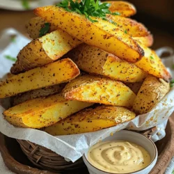 - 4 mittelgroße Russet-Kartoffeln - 1/4 Tasse Olivenöl - 2 Esslöffel Cajun-Gewürzmischung - 1 Teelöffel Knoblauchpulver - 1 Teelöffel Zwiebelpulver - 1/2 Teelöffel geräuchertes Paprika - Salz und Pfeffer nach Geschmack - Frische Petersilie, gehackt - Optional: 1/4 Tasse geriebener Parmesan Um diese knusprigen Cajun Kartoffelwedges zu machen, brauche ich frische Zutaten. Die Russet-Kartoffeln sind am besten. Sie haben die perfekte Textur. Das Olivenöl gibt den Wedges einen tollen Geschmack. Die Cajun-Gewürzmischung bringt das Feuer! Knoblauchpulver und Zwiebelpulver sorgen für zusätzlichen Geschmack. Geräuchertes Paprika gibt eine rauchige Note. Salz und Pfeffer runden alles ab. Für die Garnitur nutze ich frische Petersilie. Sie gibt Farbe und Frische. Wenn ich es besonders lecker machen möchte, streue ich etwas Parmesan darüber. Der Käse schmeckt gut zu den Gewürzen. Alle diese Zutaten sind leicht zu finden. Sie machen die Zubereitung einfach und schnell. Wenn Sie mehr Details möchten, schauen Sie sich das Full Recipe an. Heize deinen Ofen auf 220 °C (425 °F) vor. Dies sorgt für eine schöne, knusprige Textur. Wasche die Kartoffeln gründlich. Schrubbe sie unter fließendem Wasser, um den Schmutz zu entfernen. Lass die Schale dran, denn sie gibt mehr Biss. Schneide jede Kartoffel in Wedges. Du kannst etwa acht Wedges pro Kartoffel machen. In einer großen Schüssel mische Olivenöl, Cajun-Gewürzmischung, Knoblauchpulver, Zwiebelpulver und geräuchertes Paprika. Füge Salz und Pfeffer nach Geschmack hinzu. Gib die Kartoffelwedges in die Schüssel und wende sie gut, damit sie gleichmäßig gewürzt sind. Lege die gewürzten Wedges auf ein Backblech. Achte darauf, dass sie in einer einzigen Schicht liegen. Backe die Wedges für 30-35 Minuten. Wende sie einmal während des Backens. So werden sie goldbraun und knusprig. Wenn du magst, streue in den letzten fünf Minuten geriebenen Parmesan über die Wedges. Lass sie nach dem Backen kurz abkühlen. Garniere sie mit frischer Petersilie, bevor du sie servierst. Für das vollständige Rezept schau dir die Full Recipe an. - Optimale Backzeit und Temperatur: Backe die Kartoffelwedges bei 220 °C (425 °F) für 30 bis 35 Minuten. Dies gibt den Wedges die perfekte Knusprigkeit. Wende sie einmal während des Backens. So garen sie gleichmäßig und werden schön braun. - Verwendung von Backpapier: Lege ein Backblech mit Backpapier aus. Dies verhindert das Ankleben und sorgt dafür, dass die Wedges gleichmäßig backen. Es macht die Reinigung danach auch einfacher. - Anpassung der Cajun-Geschmäcker nach Vorlieben: Du kannst die Cajun-Gewürzmischung nach deinem Geschmack anpassen. Füge mehr oder weniger von der Mischung hinzu. Das macht die Wedges schärfer oder milder. - Zusätzliche Gewürze für Experimentierfreudige: Experimentiere mit Kräutern und Gewürzen. Probiere Thymian, Oregano oder Paprika. Diese geben den Wedges einen neuen Geschmack und machen sie noch interessanter. - Kreative Präsentation: Serviere die Kartoffelwedges in einem rustikalen Korb. Lege Backpapier hinein, um das Aussehen zu verbessern. So wirken die Wedges einladender und appetitlicher. - Passende Dip-Optionen: Biete verschiedene Dips an. Klassiker wie Ranch-Dressing oder scharfe Mayonnaise passen gut. Du kannst auch Avocado-Dip oder Knoblauchsoße ausprobieren. Das macht das Essen noch leckerer und abwechslungsreicher. Für das vollständige Rezept, schau dir die [Full Recipe] an. {{image_4}} Fügen Sie Parmesan oder Cheddar zu Ihren Wedges hinzu. Der Käse schmilzt und wird lecker. Es gibt einen tollen Geschmack, der die Würze ergänzt. Parmesan gibt einen salzigen Kick, während Cheddar eine cremige Note hat. Streuen Sie den Käse während der letzten fünf Minuten des Backens auf die Wedges. So bleibt er schön geschmolzen und goldbraun. Süßkartoffeln sind eine gesunde Alternative zu normalen Kartoffeln. Sie sind süß und nahrhaft. Sie passen perfekt zur Cajun-Gewürzmischung. Schneiden Sie die Süßkartoffeln in ähnliche Wedges wie die normalen Kartoffeln. Zusätzlich können Sie auch andere Gemüsesorten verwenden. Zucchini oder Paprika bringen Farbe und Geschmack. Schneiden Sie sie in Wedges und mischen Sie sie mit der gleichen Gewürzmischung. So erhalten Sie eine bunte und gesunde Snack-Option. Experimentieren Sie mit verschiedenen Gemüsesorten, um Ihre perfekten Wedges zu finden. Um Ihre Reste frisch zu halten, legen Sie die Kartoffelwedges in einen luftdichten Behälter. Achten Sie darauf, dass die Wedges gut abgekühlt sind, bevor Sie sie lagern. So vermeiden Sie, dass Feuchtigkeit entsteht. Bewahren Sie sie im Kühlschrank auf. Dort bleiben sie bis zu drei Tage genießbar. Wenn Sie die Wedges wieder aufwärmen, nutzen Sie den Ofen. Heizen Sie ihn auf 200 °C (390 °F) vor. Legen Sie die Wedges auf ein Backblech. Backen Sie sie etwa 10-15 Minuten, bis sie wieder knusprig sind. So bleibt der Geschmack frisch und köstlich. Die Kartoffelwedges sind im Kühlschrank bis zu drei Tage haltbar. Achten Sie darauf, sie richtig zu lagern. Wenn sie länger als drei Tage aufbewahrt werden, können sie ihre Knusprigkeit und den Geschmack verlieren. Für beste Ergebnisse genießen Sie die Wedges frisch, direkt nach dem Backen. Um knusprige Cajun Potato Wedges zu machen, backe ich sie bei hoher Temperatur. Heize deinen Ofen auf 220 °C vor. Das hilft, die Wedges außen knusprig und innen zart zu machen. Schneide die Kartoffeln in gleichmäßige Stücke, damit sie gleichmäßig garen. Ich empfehle, die Wedges in einer einzigen Schicht auf ein Backblech zu legen. Das sorgt für eine gleichmäßige Bräunung. Nutze Backpapier, um das Ankleben zu vermeiden. Wende die Wedges während des Backens einmal, um eine perfekte Knusprigkeit zu erzielen. Für extra Crunch kannst du Parmesan in den letzten Minuten hinzufügen. Ja, du kannst die Gewürze anpassen! Wenn du weniger Schärfe magst, reduziere die Cajun-Gewürzmischung. Füge stattdessen mehr Paprika oder frische Kräuter wie Thymian oder Oregano hinzu. Du kannst auch geräuchertes Paprika weglassen, wenn du den rauchigen Geschmack nicht magst. Experimentiere mit verschiedenen Gewürzen, um deinen eigenen Geschmack zu finden. Ein bisschen Cayennepfeffer gibt einen zusätzlichen Kick, wenn du es schärfer magst. Die besten Dips für Cajun Potato Wedges sind einfach köstlich. Ranch-Dressing ist ein Klassiker, der gut zu den Würzen passt. Auch scharfe Mayonnaise oder Aioli sind tolle Optionen. Für einen frischen Geschmack mag ich Joghurt-Dips mit Kräutern. Guacamole bringt eine cremige Note, die perfekt zu den Wedges passt. Du kannst auch Ketchup für einen einfachen, süßen Dip verwenden. Experimentiere mit verschiedenen Dips, um deinen Favoriten zu finden. In diesem Blogpost haben wir leckere Cajun Potato Wedges besprochen. Wir haben die Zutaten, die Zubereitung und die besten Tipps geteilt. Diese knusprigen Kartoffelwedges sind einfach nachzumachen und ideal für jeden Snack oder jede Mahlzeit. Variiere die Gewürze nach deinem Geschmack und probiere neue Kombos aus. Denk daran, die Reste richtig zu lagern, damit sie frisch bleiben. Genieße die Vielfalt der Aromen und abwechslungsreiche Varianten. Du wirst begeistert sein von diesem Rezept!