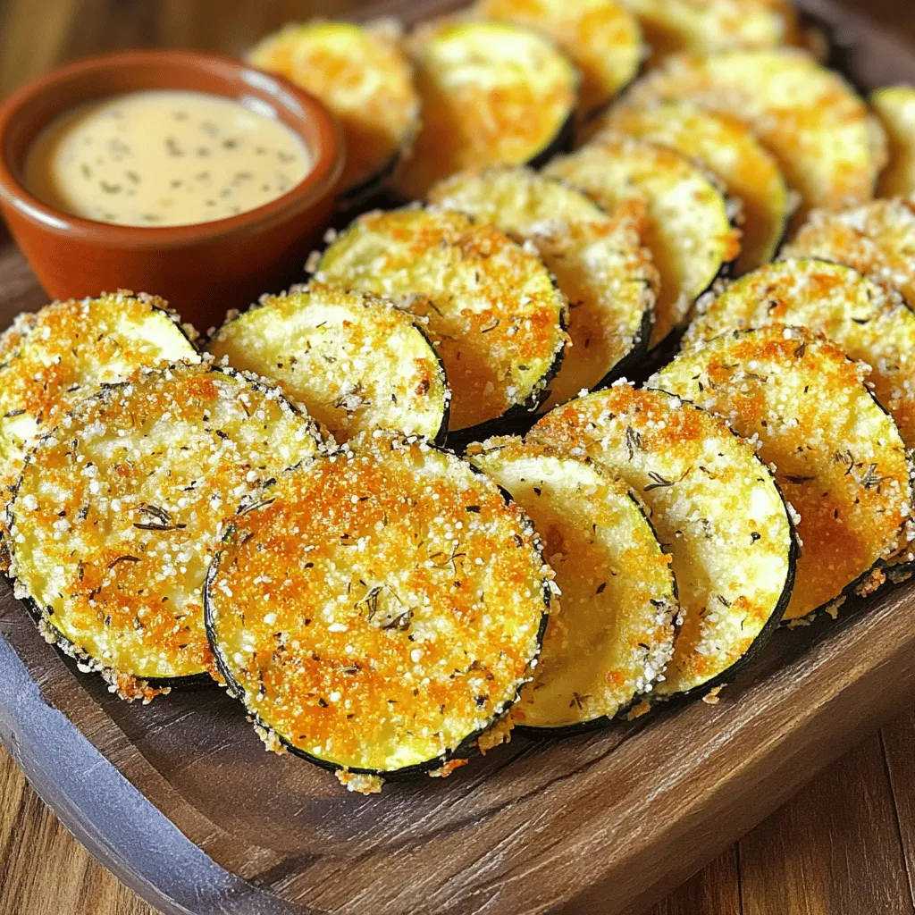 - 2 mittelgroße Zucchini - 1 Tasse geriebener Parmesan - 1 Tasse Semmelbrösel (Panko empfohlen) - Knoblauchpulver, Zwiebelpulver, Paprika, schwarzer Pfeffer, getrockneter Oregano - Salz und verquirltes Ei - Kochspray oder Olivenöl Die Hauptzutaten sind einfach und frisch. Ich wähle immer die besten Zucchini aus. Sie sollten fest und glänzend sein. Das macht die Zucchini-Crisps knusprig. Parmesan bringt viel Geschmack. Ich bevorzuge frisch geriebenen Parmesan für ein besseres Aroma. Die Semmelbrösel sind wichtig für die Textur. Panko ist besonders gut. Es macht die Crisps extra knusprig. Die Gewürze geben den Crisps Leben. Ich benutze Knoblauchpulver und Zwiebelpulver für den Geschmack. Paprika bringt eine schöne Farbe. Oregano verleiht den Crisps einen italienischen Hauch. Das verquirlte Ei hilft, die Zucchini richtig zu beschichten. Es sorgt dafür, dass die Semmelbrösel gut haften. Kochspray oder Olivenöl ist wichtig. Es gibt den Crisps einen goldbraunen Look. Du kannst auch etwas Olivenöl über die Zucchini träufeln. So werden sie noch besser. Für das vollständige Rezept, schau dir [Full Recipe] an. Heize deinen Ofen auf 220°C vor. Bereite ein Backblech mit Backpapier vor. Das sorgt für einfaches Entfernen der Crisps. Schneide die Zucchini in dünne Scheiben, etwa 0,5 cm dick. Stelle alle Zutaten bereit, bevor du beginnst. In einer großen Schüssel mische die Semmelbrösel, den Parmesan, Knoblauchpulver, Zwiebelpulver, Paprika, schwarzen Pfeffer, Oregano und eine Prise Salz. Rühre alles gut um, bis die Mischung gleichmäßig ist. Nimm eine separate Schüssel und schlage das Ei auf. Tauche jede Zucchinischeibe in das Ei. Lass überschüssiges Ei abtropfen. Drücke die Zucchini dann in die Semmelbröselmischung. Stelle sicher, dass beide Seiten gut bedeckt sind. Lege die beschichteten Zucchinischeiben auf das Backblech. Achte darauf, dass sie sich nicht berühren. Backe die Zucchini 20-25 Minuten. Wende die Scheiben zur Hälfte der Backzeit, um eine gleichmäßige Bräunung zu erreichen. Nach dem Backen lasse die Crisps kurz abkühlen. Für das vollständige Rezept kannst du die [Full Recipe] anschauen. Um die perfekte Knusprigkeit zu erreichen, empfehle ich, Panko statt normaler Semmelbrösel zu verwenden. Panko hat eine grobere Textur, die für einen extra Crunch sorgt. Fügen Sie auch frische Kräuter wie Basilikum oder Petersilie hinzu. Diese geben nicht nur Geschmack, sondern auch Farbe. Ein häufiger Fehler ist, zu viel Ei zu verwenden. Dies kann die Zucchini weich machen. Tauchen Sie die Zucchinischeiben nur leicht in das Ei. Achten Sie auch darauf, die Zucchini gleichmäßig zu schneiden. Wenn die Scheiben unterschiedlich dick sind, garen sie ungleichmäßig. Dünne Scheiben von etwa 0,5 cm sind ideal. Für die vollständige Zubereitung schauen Sie sich das Rezept an: [Full Recipe]. {{image_4}} Für Zucchini Parmesan Crisps gibt es viele Käsealternativen. Sie können Mozzarella verwenden, wenn Sie etwas milderen Geschmack wünschen. Mozzarella schmilzt gut und gibt eine tolle Textur. Gouda ist eine weitere gute Wahl. Er hat einen reichhaltigen, nussigen Geschmack, der die Zucchini ergänzt. Wenn Sie eine vegane Version möchten, nutzen Sie pflanzlichen Käse. Es gibt viele Sorten, die gut schmelzen und lecker sind. Achten Sie darauf, dass der pflanzliche Käse gut gewürzt ist. So bleibt der Geschmack intensiv und köstlich. Um die Zucchini Parmesan Crisps interessanter zu machen, können Sie Gewürze hinzufügen. Chili-Flocken bringen eine angenehme Schärfe. Fügen Sie sie nach Geschmack hinzu. Ein Hauch von Schärfe kann das Gericht lebendiger machen. Ein weiteres tolles Experiment ist mit italienischen Kräutern. Oregano, Thymian oder Basilikum passen gut. Sie geben dem Gericht eine frische Note. Mischen Sie diese Kräuter in die Semmelbrösel. So wird jeder Biss würziger und aromatischer. Wenn Sie mehr Ideen suchen, schauen Sie sich die Full Recipe an. - Lassen Sie die Zucchini-Crisps abkühlen, bevor Sie sie lagern. - Bewahren Sie sie in einem luftdichten Behälter auf. So bleiben sie frisch. - Im Kühlschrank halten die Crisps 2–3 Tage. - Zum Einfrieren legen Sie die Crisps auf ein Backblech. Frieren Sie sie ein, bis sie fest sind. Danach können Sie sie in einen Behälter geben. So bleiben sie bis zu 2 Monate haltbar. Um die Zucchini Parmesan Crisps knuspriger zu machen, gibt es einige einfache Tipps. - Wählen Sie Panko: Panko-Semmelbrösel sind leichter und sorgen für mehr Crunch. - Zucchini entwässern: Vor der Zubereitung die Zucchini leicht salzen. Lassen Sie sie etwa 30 Minuten ruhen. - Ofen gut vorheizen: Der Ofen sollte wirklich heiß sein, etwa 220°C. - Kochspray verwenden: Ein leichtes Sprühen hilft, die Oberfläche knusprig zu machen. Diese Schritte verbessern die Knusprigkeit und sorgen für einen tollen Snack. Ja, Sie können die Zucchini durch andere Gemüse ersetzen. Hier sind einige Alternativen: - Auberginen: Sie haben eine ähnliche Textur und nehmen die Gewürze gut auf. - Karotten: Dünn geschnitten, bieten sie eine süße Note. - Süßkartoffeln: Diese bringen eine interessante Süße und Farbe. Diese Optionen sind lecker und bieten Abwechslung im Rezept. Zucchini Parmesan Crisps sind vielseitig. Hier sind einige tolle Serviervorschläge: - Marinara-Sauce: Ein klassischer Dip, der gut zu den Crisps passt. - Joghurt-Dip: Ein leichter, frischer Dip, der die Aromen ergänzt. - Guacamole: Für eine cremige, gesunde Option. Diese Dips machen das Essen noch besser und sorgen für Spaß beim Snacken. Zucchini Parmesan Crisps sind einfach zuzubereiten und bieten einen köstlichen Snack. Wir haben die Hauptzutaten, die Zubereitung und Tipps zur perfekten Textur besprochen. Variationen erlauben Kreativität, während Aufbewahrungshinweise die Frische garantieren. Jetzt bist du bereit, diese leckeren Crisps selbst zu machen. Experimentiere mit Gewürzen und Käsesorten, um deine Lieblingsvariante zu finden. Viel Spaß beim Kochen und Genießen deiner Zucchini-Kreation!