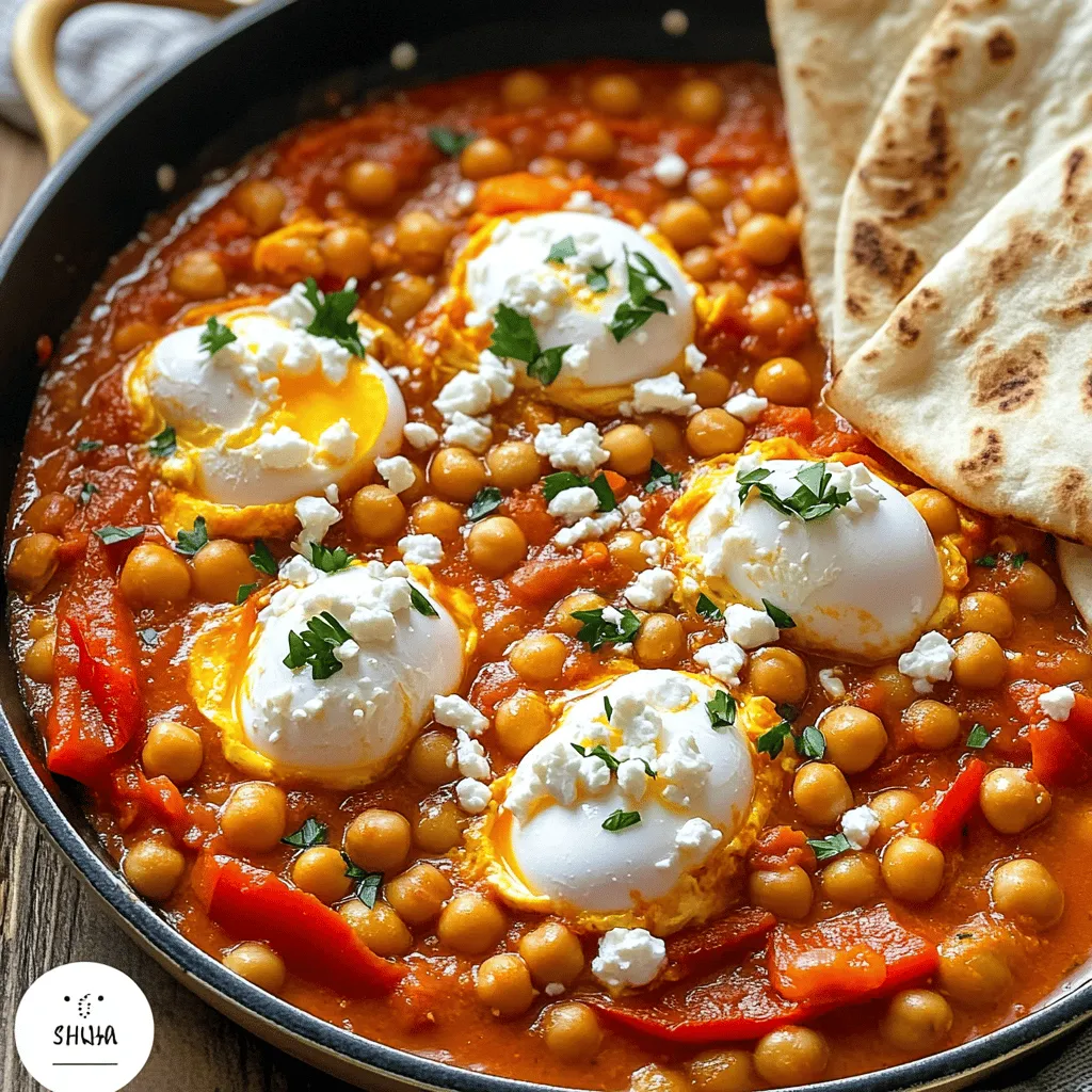 Für die mediterrane Kichererbsen-Shakshuka braucht man: - 1 Dose (450 g) Kichererbsen, abgetropft und abgewaschen - 1 Esslöffel Olivenöl - 1 mittelgroße Zwiebel, fein gehackt - 2 Knoblauchzehen, gehackt - 1 rote Paprika, gewürfelt - 1 Teelöffel Kreuzkümmel, gemahlen - 1 Teelöffel geräuchertes Paprikapulver - 1/2 Teelöffel Cayennepfeffer (optional) - 1 Dose (400 g) gewürfelte Tomaten - 1 Esslöffel Tomatenmark - Salz und Pfeffer nach Geschmack - 4 große Eier - Frische Petersilie, gehackt (zum Garnieren) - Feta-Käse, zerbröselt (zum Garnieren) - Pita-Brot oder rustikales Brot (zum Servieren) Das Rezept ergibt vier Portionen. Die Zutaten sind genau abgestimmt. Die Kichererbsen geben Proteine. Die Eier sorgen für die perfekte Konsistenz. So hat jeder genug. Frische Zutaten machen den Unterschied. Achte auf die Zwiebel. Sie sollte fest und glänzend sein. Die Paprika sollte knackig und farbenfroh sein. Wähle Kichererbsen ohne Dellen. Frische Kräuter wie Petersilie sind ein Muss. So schmeckt das Gericht noch besser! Zuerst musst du alle Zutaten bereitstellen. Das macht das Kochen einfacher. - 1 Dose (450 g) Kichererbsen, abgetropft und abgewaschen - 1 Esslöffel Olivenöl - 1 mittelgroße Zwiebel, fein gehackt - 2 Knoblauchzehen, gehackt - 1 rote Paprika, gewürfelt - 1 Teelöffel Kreuzkümmel, gemahlen - 1 Teelöffel geräuchertes Paprikapulver - 1/2 Teelöffel Cayennepfeffer (optional, für Schärfe) - 1 Dose (400 g) gewürfelte Tomaten - 1 Esslöffel Tomatenmark - Salz und Pfeffer nach Geschmack - 4 große Eier - Frische Petersilie, gehackt (zum Garnieren) - Feta-Käse, zerbröselt (zum Garnieren) - Pita-Brot oder rustikales Brot (zum Servieren) Sobald du alles hast, kannst du mit dem Kochen beginnen. Erhitze das Olivenöl in einer großen Pfanne bei mittlerer Hitze. Füge die gehackte Zwiebel hinzu. Dünste sie etwa 5 Minuten lang, bis sie durchscheinend ist. Jetzt kommt der Knoblauch und die gewürfelte Paprika dazu. Dünste alles für weitere 3-4 Minuten. Die Paprika sollte weich werden. Gib die Gewürze hinzu: Kreuzkümmel, geräuchertes Paprikapulver und Cayennepfeffer, falls du Schärfe magst. Rühre gut um und lasse es 1 Minute anbraten. Gieße die gewürfelten Tomaten und das Tomatenmark in die Pfanne. Rühre alles gut um und lasse die Mischung etwa 10 Minuten köcheln. Schmecke mit Salz und Pfeffer ab. Füge die Kichererbsen hinzu und koche alles für 5 Minuten. Es sollte gut erhitzt sein. Jetzt forme mit einem Löffel kleine Mulden in der Mischung und schlage in jede Mulde ein Ei auf. Decke die Pfanne ab. Koche die Eier etwa 5-7 Minuten. So erreichst du den gewünschten Gargrad. Nimm die Pfanne vom Herd. Streue frische, gehackte Petersilie und zerbröselten Feta-Käse darüber. Serviere die Shakshuka warm. Dazu passt Pita-Brot oder rustikales Brot. Du kannst das Brot verwenden, um die Shakshuka aufzutunken. So schmeckt es am besten! Wenn du deine mediterrane Kichererbsen-Shakshuka zubereitest, gibt es ein paar häufige Fehler, die du vermeiden solltest: - Zwiebel zu wenig dünsten: Achte darauf, die Zwiebel gut zu dünsten. Sie soll schön weich und fast durchsichtig sein. - Eier zu lange kochen: Wenn du die Eier zu lange kochst, werden sie hart. Halte während des Kochens immer ein Auge darauf. - Zu viel Salz: Fange mit wenig Salz an. Du kannst immer mehr hinzufügen, aber es ist schwer, es zu entfernen. Die Garzeit der Eier ist entscheidend für das perfekte Ergebnis. Hier sind einige Tipps für verschiedene Vorlieben: - Weiche Eier: Koche die Eier etwa 5 Minuten. Die Eigelbe bleiben flüssig und cremig. - Mittlere Eier: Lasse die Eier 6 bis 7 Minuten kochen. Die Eigelbe sind noch leicht flüssig, aber nicht mehr ganz roh. - Feste Eier: Für vollständig durchgegarte Eigelbe, koche die Eier 8 bis 10 Minuten. Um deiner Shakshuka mehr Geschmack zu verleihen, probiere diese Variationen: - Frische Kräuter: Füge frischen Koriander oder Basilikum hinzu. Diese Kräuter geben einen frischen Touch. - Zitronensaft: Ein Spritzer Zitronensaft kann die Aromen aufhellen und die Schärfe ausbalancieren. - Zusätzliche Gewürze: Experimentiere mit Zimt oder Kardamom. Diese Gewürze geben der Shakshuka eine spannende Note. {{image_4}} Shakshuka ist ein tolles Gericht. Du kannst es leicht vegetarisch oder vegan machen. Für eine vegetarische Option, lasse einfach die Eier weg. Stattdessen kannst du Tofu verwenden. Brate den Tofu in kleine Stücke und füge ihn am Ende hinzu. Für eine vegane Version, ersetze die Eier mit einer Mischung aus Kichererbsenmehl und Wasser. Mische 1 Teil Kichererbsenmehl mit 2 Teilen Wasser. Gieße diese Mischung in die Mulden. Die Gewürze machen Shakshuka besonders. Du kannst kreativ werden! Füge frischen Koriander oder Dill hinzu für mehr Geschmack. Ein Hauch von Zimt kann auch gut passen. Probiere auch harissa, eine scharfe Paste, für einen würzigen Kick. Wenn du es süßer magst, kann etwas Honig helfen, die Schärfe auszugleichen. Wenn du glutenfrei essen möchtest, ist das auch einfach. Statt Pita-Brot kannst du glutenfreies Brot verwenden. Eine andere Option ist, das Gericht mit Reis oder Quinoa zu servieren. Diese Beilagen passen gut zu den Aromen der Shakshuka. So kannst du das Gericht genießen, ohne auf Gluten zu achten. Du kannst die Shakshuka einfach im Kühlschrank aufbewahren. Lass das Gericht zuerst auf Raumtemperatur abkühlen. Fülle es dann in einen luftdichten Behälter. So bleibt es frisch und lecker. Im Kühlschrank hält es sich bis zu drei Tage. Wenn du das Gericht länger aufbewahren willst, solltest du es einfrieren. Das Einfrieren ist eine tolle Option. Fülle die abgekühlte Shakshuka in einen gefrierfesten Behälter. Achte darauf, genug Platz zu lassen, damit sich die Flüssigkeit beim Einfrieren ausdehnen kann. Du kannst die Shakshuka bis zu drei Monate einfrieren. Zum Auftauen lege den Behälter einfach über Nacht in den Kühlschrank. Um die Shakshuka wieder aufzuwärmen, nimm sie aus dem Kühlschrank oder Gefrierfach. Erhitze sie in einer Pfanne bei mittlerer Hitze. Rühre die Mischung gut um, damit sie gleichmäßig warm wird. Du kannst auch einen Mikrowellenherd nutzen. Stelle die Shakshuka in eine mikrowellengeeignete Schüssel und erwärme sie in kurzen Abständen. Achte darauf, dass die Eier beim Erhitzen nicht überkochen. Füge zum Servieren frische Petersilie und Feta hinzu. Du kannst das Rezept ganz leicht anpassen. Füge mehr Gemüse hinzu, wie Spinat oder Zucchini. Probiere verschiedene Gewürze aus. Zum Beispiel, füge Kurkuma oder Koriander hinzu. Wenn du eine schärfere Note magst, erhöhe den Cayennepfeffer. Du kannst auch die Kichererbsen durch schwarze Bohnen ersetzen. So bleibt das Gericht lecker und interessant. Pita-Brot ist eine tolle Wahl für Shakshuka. Es ist weich und perfekt zum Tunken. Rustikales Brot ist auch eine gute Option. Es hat eine feste Kruste und einen herzhaften Geschmack. Du kannst auch Fladenbrot verwenden, wenn du magst. So kannst du die köstliche Sauce gut aufnehmen. Ja, du kannst Shakshuka im Voraus zubereiten. Koche das Gericht und lasse es abkühlen. Fülle es in einen Behälter und stelle es in den Kühlschrank. So bleibt es frisch für bis zu drei Tage. Wenn du es aufwärmst, füge die Eier frisch hinzu. So bleiben sie perfekt gekocht und lecker. In diesem Blogpost habe ich die wichtigen Zutaten und deren Mengen für Shakshuka erläutert. Ich gab dir eine Schritt-für-Schritt-Anleitung für die Zubereitung und Tipps, um Fehler zu vermeiden. Außerdem sprachen wir über Variationen, die du probieren kannst, und über die richtige Lagerung. Shakshuka ist einfach und anpassbar. Nutze frische Zutaten für den besten Geschmack. Experimentiere mit Gewürzen und Serviervorschlägen. Viel Spaß beim Kochen und Genießen!