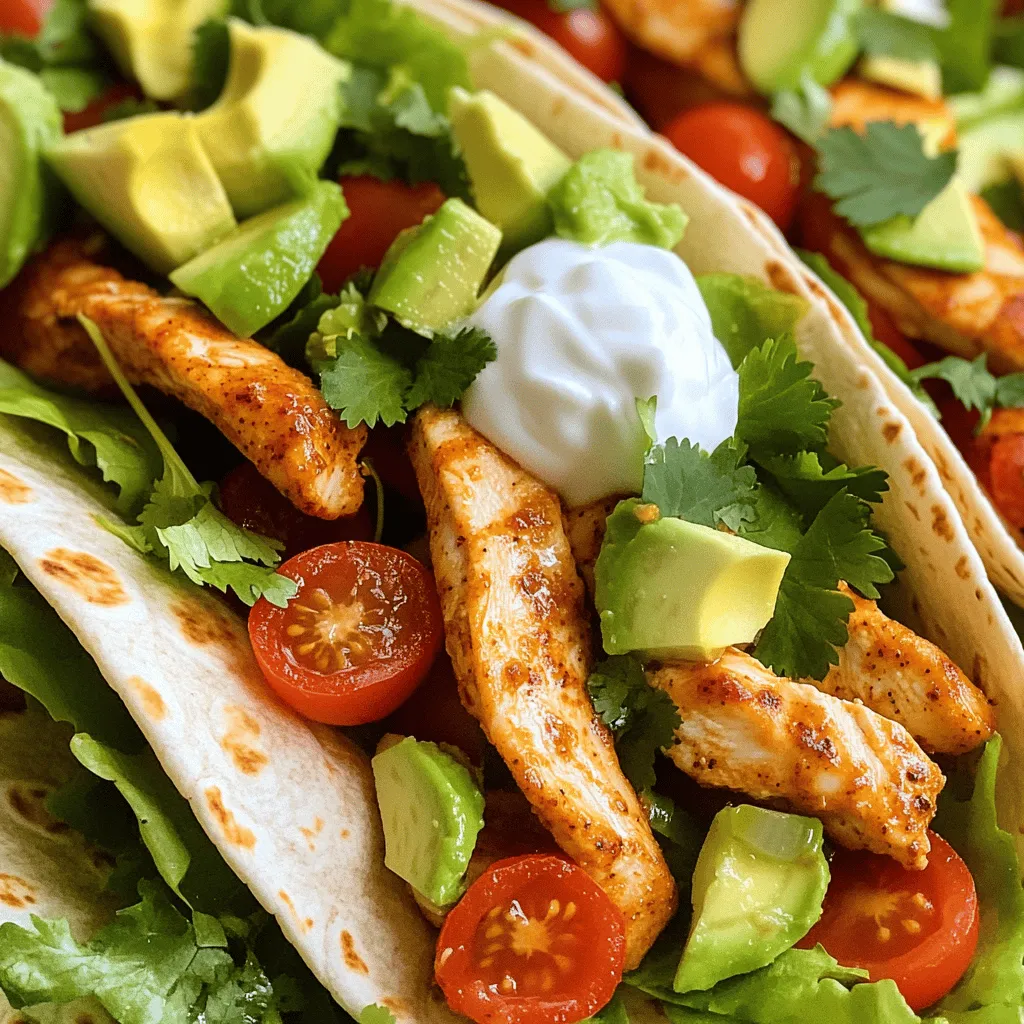 Für diese köstlichen Wraps brauchst du frische und einfache Zutaten. Hier ist die Liste: - 450g Hähnchenbrustfilet, ohne Haut und Knochen, in dünne Streifen geschnitten - 1 Esslöffel Olivenöl - 4 Vollkorn-Tortillas (oder deine Wahl des Wraps) - 1 Tasse geriebener Kopfsalat - 1/2 Tasse gewürfelte Tomaten - 1/2 Avocado, in Scheiben geschnitten - 1/4 Tasse griechischer Joghurt oder ein Klecks Sauerrahm - Frischer Koriander zur Garnitur Diese Zutaten sind leicht zu finden und machen dein Gericht gesund und lecker. Die Würze macht den Unterschied in diesen Wraps. Hier sind die Gewürze, die du benötigst: - 2 Teelöffel geräuchertes Paprikapulver - 1 Teelöffel gemahlener Kreuzkümmel - 1 Teelöffel Knoblauchpulver - 1 Teelöffel Chilipulver - Salz und Pfeffer nach Geschmack Diese Gewürze geben dem Hähnchen seinen besonderen Kick. Die Mischung sorgt für einen tollen Geschmack. Du kannst die Wraps nach deinem Geschmack anpassen. Hier sind einige Ideen für Beilagen: - Frische Salsa oder Guacamole - Eine Handvoll frischer Spinatblätter - Ein Spritzer Limettensaft für mehr Frische Diese Optionen machen deine Wraps noch besser. Sie bringen Freude und Abwechslung auf den Tisch. Um das Hähnchen würzig zu machen, mische in einer Schüssel Olivenöl, geräuchertes Paprikapulver, Kreuzkümmel, Knoblauchpulver und Chilipulver. Füge Salz und Pfeffer nach Geschmack hinzu. Schneide 450g Hähnchenbrustfilet in dünne Streifen. Gib die Hähnchenstreifen in die Marinade. Rühre alles gut um, damit das Hähnchen gleichmäßig bedeckt ist. Lass es etwa 10 Minuten ziehen. In dieser Zeit bereitest du die anderen Zutaten vor. Erhitze eine beschichtete Pfanne bei mittlerer bis hoher Hitze. Wenn die Pfanne heiß ist, lege die marinierten Hähnchenstreifen hinein. Brate sie 5-7 Minuten lang. Rühre gelegentlich um, bis das Hähnchen durchgegart und leicht knusprig ist. Achte darauf, dass es nicht anbrennt. Während das Hähnchen brät, breite 4 Vollkorn-Tortillas auf einer sauberen Fläche aus. Nimm einen Esslöffel griechischen Joghurt oder Sauerrahm und streiche ihn auf jede Tortilla. Das gibt einen tollen Geschmack und macht die Wraps saftig. Lege dann eine großzügige Schicht geriebenen Kopfsalat, gewürfelte Tomaten und Avocadoscheiben auf jede Tortilla. Sobald das Hähnchen fertig ist, nimm eine Portion der würzigen Hähnchenstreifen und lege sie auf das Gemüse. Streue frischen Koriander darüber. Der Koriander bringt einen frischen Geschmack in die Wraps. Achte darauf, dass die Füllung gleichmäßig verteilt ist. Um die Wraps zu rollen, klappe die Ränder der Tortilla nach innen. Beginne dann, die Tortilla von unten fest aufzurollen. Achte darauf, dass die Füllung gut gesichert ist. Übung macht hier den Meister. Schneide jeden Wrap in der Mitte durch. Serviere sie sofort. Du kannst sie mit zusätzlichem griechischen Joghurt oder einem würzigen Dip genießen. Jeder Biss wird ein Genuss! Die Marinierzeit ist wichtig. Ich empfehle, das Hähnchen mindestens 10 Minuten ziehen zu lassen. So nimmt es die Aromen gut auf. Wenn du mehr Zeit hast, lass es bis zu 30 Minuten marinieren. Das macht das Hähnchen noch zarter und geschmackvoller. Die richtige Hitze ist entscheidend. Erhitze die Pfanne auf mittlerer bis hoher Temperatur. Wenn die Pfanne zu kalt ist, wird das Hähnchen nicht knusprig. Wenn es zu heiß ist, kann es verbrennen. Ein guter Test: Gib ein paar Tropfen Wasser in die Pfanne. Wenn sie zischen, ist sie bereit für das Hähnchen. Das Rollen von Wraps kann knifflig sein. Beginne, indem du die Ränder der Tortilla einklappst. Dann rolle sie von unten fest auf. Achte darauf, dass du die Füllung gleichmäßig verteilst. So bleibt alles drin. Übung macht den Meister, also probiere es einfach aus! {{image_4}} Wenn Sie Hähnchen nicht mögen, gibt es viele Optionen. Probieren Sie Pute für einen ähnlichen Geschmack. Rindfleisch oder Schweinefleisch sind auch tolle Alternativen. Für ein rauchiges Aroma, verwenden Sie Lachs oder Garnelen. Jedes Fleisch lässt sich gut mit den gleichen Gewürzen marinieren. So bleibt der Geschmack spannend. Für eine vegetarische Variante verwenden Sie Tofu oder Tempeh. Beide sind proteinreich und nehmen die Aromen gut auf. Sie können auch schwarze Bohnen oder Kichererbsen verwenden. Diese sind nahrhaft und geben den Wraps eine schöne Konsistenz. Kombinieren Sie diese mit den gleichen frischen Zutaten wie Salat und Tomaten. Wenn Sie Gluten vermeiden, ist das kein Problem. Es gibt viele glutenfreie Tortillas auf dem Markt. Wählen Sie solche aus Reis oder Mais. Achten Sie auch darauf, dass die Gewürze glutenfrei sind. So können Sie die Wraps ohne Sorge genießen. Viele frische Zutaten wie Gemüse sind von Natur aus glutenfrei. Wenn Sie Wraps übrig haben, wickeln Sie sie fest in Frischhaltefolie. Dies hilft, die Feuchtigkeit zu halten. Sie können auch einen luftdichten Behälter verwenden. Stellen Sie sicher, dass die Wraps vollständig abgekühlt sind, bevor Sie sie einlagern. Lagern Sie sie im Kühlschrank, um die Frische zu bewahren. Um die Wraps aufzuwärmen, nutzen Sie eine Pfanne oder die Mikrowelle. In der Pfanne erhitzen Sie sie bei mittlerer Hitze. Wenden Sie sie nach ein paar Minuten, bis sie warm sind. In der Mikrowelle legen Sie die Wraps auf einen Teller und decken sie mit einem feuchten Papiertuch ab. Erwärmen Sie sie für 30 Sekunden. Überprüfen Sie die Temperatur und wiederholen Sie den Vorgang, falls nötig. Die Wraps halten sich im Kühlschrank etwa 2 bis 3 Tage. Achten Sie darauf, sie richtig zu lagern. Überprüfen Sie die Wraps vor dem Essen auf Anzeichen von Verderb. Wenn sie seltsam riechen oder die Textur sich ändert, werfen Sie sie weg. Die Zubereitung der Wraps dauert insgesamt etwa 20 Minuten. Die Marinierzeit für das Hähnchen beträgt etwa 10 Minuten. Danach braten Sie das Hähnchen für 5 bis 7 Minuten. Das Zusammenstellen der Wraps geht schnell. Ja, Sie können die Wraps im Voraus vorbereiten. Marinieren Sie das Hähnchen und lagern Sie es im Kühlschrank. Sie können auch die Gemüsefüllung und die Tortillas vorbereiten. Wickeln Sie die Wraps erst kurz vor dem Servieren, damit sie frisch bleiben. Zu den Hähnchen-Wraps passen viele Beilagen. Hier sind einige Vorschläge: - Ein frischer grüner Salat - Süßkartoffelpommes - Eine bunte Gemüsesuppe - Nachos mit Salsa oder Guacamole Diese Wraps sind sehr proteinreich. Mit 450g Hähnchenbrust enthalten sie viel Protein. Eine Portion hat etwa 30-35g Protein. Das macht sie ideal für aktive Menschen oder Sportler. Zusammenfassend haben wir die Zutaten, Zubereitung und Tipps für die würzigen Hähnchen-Wraps behandelt. Du hast gelernt, wie man die Hähnchen marinieren, braten und die Wraps richtig rollen kann. Denke an die Variationen wie vegetarische oder glutenfreie Optionen. Wenn du die Wraps aufbewahrst, beachte die Haltbarkeit und das richtige Aufwärmen. Wraps sind vielseitig und lecker. Probiere sie aus und genieße jedes Bisschen!