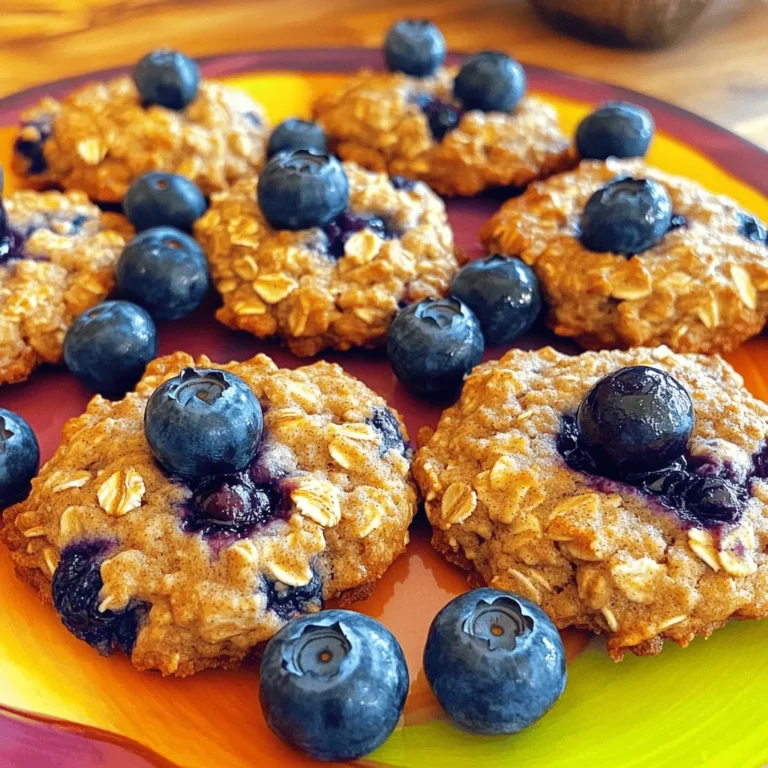Für dieses leckere Rezept brauchst du folgende Zutaten: - 1 Tasse Haferflocken - 1 Tasse Vollkornmehl - 1/2 Teelöffel Backpulver - 1/2 Teelöffel Natron - 1/4 Teelöffel Salz - 1 Teelöffel Zimt - 1/2 Tasse Kokosblütenzucker (oder brauner Zucker) - 1/3 Tasse Mandelbutter (oder Erdnussbutter) - 1/4 Tasse Ahornsirup - 1 Teelöffel Vanilleextrakt - 1 Tasse frische oder gefrorene Blaubeeren - 1/4 Tasse gehackte Walnüsse (optional) Diese Zutaten sorgen für einen tollen Geschmack und eine gute Textur. Die Haferflocken geben den Keksen einen herzhaften Biss. Die Blaubeeren bringen Süße und Frische. Die Messungen sind einfach und genau. Du kannst die Kokosblütenzucker durch braunen Zucker ersetzen, wenn du möchtest. Mandelbutter ist reich an Nährstoffen, aber Erdnussbutter funktioniert auch gut. Wenn du keinen Zimt magst, kannst du ihn weglassen. Du kannst auch andere Gewürze wie Muskatnuss ausprobieren. Für eine glutenfreie Version kannst du glutenfreies Mehl verwenden. Jede Zutat hat ihre eigenen Vorteile: - Haferflocken enthalten Ballaststoffe, die gut für die Verdauung sind. - Vollkornmehl bietet mehr Nährstoffe als weißes Mehl. - Kokosblütenzucker ist eine gesündere Süßungsoption mit einem niedrigeren glykämischen Index. - Blaubeeren sind reich an Antioxidantien und Vitaminen. - Nüsse bringen gesunde Fette und einen tollen Crunch. Diese Nährwerte machen die Kekse nicht nur lecker, sondern auch gesund. Sie sind perfekt für einen energischen Start in den Tag! Um den Teig für die Blaubeer-Oat Frühstückskekse vorzubereiten, beginne mit dem Ofen. Heize ihn auf 175°C vor. Nimm ein Backblech und lege es mit Backpapier aus. In einer mittelgroßen Schüssel mische die trockenen Zutaten. Das sind Haferflocken, Vollkornmehl, Backpulver, Natron, Salz und Zimt. Rühre sie gut um. In einer anderen Schüssel vermenge den Kokosblütenzucker, die Mandelbutter, den Ahornsirup und den Vanilleextrakt. Verquirle die Mischung, bis sie glatt ist. Füge dann die trockenen Zutaten nach und nach zu der feuchten Mischung hinzu. Rühre alles vorsichtig, bis es gerade so kombiniert ist. Jetzt ist es Zeit für die Blaubeeren und die optionalen Walnüsse. Hebe sie vorsichtig unter den Teig, damit sie gleichmäßig verteilt sind. Nutze einen Esslöffel, um kleine Portionen des Teigs zu formen. Setze sie mit genügend Abstand auf das Backblech. Die Kekse laufen beim Backen auseinander. Backe die Kekse für 12 bis 15 Minuten. Die Ränder sollten leicht goldbraun sein und die Mitte fest. Lass die Kekse nach dem Backen für 5 Minuten auf dem Blech auskühlen. Danach lege sie auf ein Kuchengitter, um vollständig abzukühlen. Serviere die Kekse auf einem bunten Teller. Garniere sie mit frischen Blaubeeren und einer Prise Zimt. Diese Kekse passen perfekt zu deinem Frühstück oder als Snack. Ein häufiger Fehler ist, die Zutaten nicht richtig abzuwiegen. Verwende eine Küchenwaage für genauere Maße. Wenn du die Kekse zu lange rührst, werden sie hart. Mische die Zutaten nur bis sie verbunden sind. Achte darauf, die Kekse nicht zu nah auf das Blech zu setzen. Sie laufen auseinander beim Backen. Vergiss nicht, den Ofen vorzuheizen. So backen die Kekse gleichmäßig und gut. Um die Kekse perfekt zuzubereiten, beginne mit frischen Zutaten. Achte darauf, die Blaubeeren vorsichtig unterzuheben. So zerdrückst du sie nicht. Verwende einen Esslöffel, um gleichmäßige Portionen zu formen. Halte genügend Abstand zwischen den Keksen auf dem Blech. Das sorgt dafür, dass sie schön aufgehen. Backe sie bis die Ränder goldbraun sind. Lass die Kekse nach dem Backen zuerst auf dem Blech auskühlen. So behalten sie ihre Form. Du kannst die Kekse nach deinem Geschmack anpassen. Füge Schokoladenstückchen für einen süßeren Snack hinzu. Statt Walnüssen kannst du Mandeln oder Pecannüsse verwenden. Experimentiere mit verschiedenen Gewürzen wie Muskatnuss oder Ingwer. Für eine fruchtige Note, füge andere Beeren wie Himbeeren hinzu. Nutze agaven Sirup anstelle von Ahornsirup, um die Süße zu ändern. Sei kreativ und finde deine Lieblingskombination! {{image_4}} Du kannst die Kekse glutenfrei machen. Tausche das Vollkornmehl gegen eine glutenfreie Mischung aus. Achte darauf, dass deine Haferflocken auch glutenfrei sind. So kannst du das gleiche Rezept genießen, ohne Gluten. Für vegane Kekse nutze anstelle von Honig den Ahornsirup. Ersetze die Mandelbutter durch eine andere Nussbutter oder Sonnenblumenbutter. So bleiben die Kekse pflanzenbasiert und lecker. Du kannst die Kekse nach deinem Geschmack anpassen. Füge Schokoladenstückchen hinzu, um einen süßen Kick zu erhalten. Oder mische in die Kekse andere Früchte wie Äpfel oder Bananen. So bleibt das Rezept spannend und frisch. Um die Kekse frisch zu halten, lege sie in einen luftdichten Behälter. Das verhindert, dass sie trocken werden oder ihren Geschmack verlieren. Du kannst den Behälter auf die Küchentheke stellen oder im Kühlschrank lagern. Achte darauf, dass die Kekse gut abgekühlt sind, bevor du sie verpackst. Die Blaubeer-Oat Frühstückskekse bleiben bei Raumtemperatur etwa fünf Tage frisch. Wenn du sie im Kühlschrank lagerst, kannst du die Haltbarkeit auf bis zu zwei Wochen verlängern. Überprüfe sie regelmäßig, um sicherzustellen, dass sie noch gut sind. Wenn sie weich werden oder seltsam riechen, ist es besser, sie wegzuwerfen. Du kannst die Kekse auch einfrieren. Das ist eine großartige Option, wenn du mehr Kekse auf einmal machst. Lege die Kekse in einen gefrierfesten Beutel oder Behälter. Achte darauf, dass du die Luft so gut wie möglich herausdrückst. So bleiben die Kekse bis zu drei Monate frisch. Zum Auftauen nimm die Kekse einfach aus dem Gefrierfach und lasse sie bei Raumtemperatur stehen. Sie schmecken fast wie frisch gebacken! Blaubeer-Oat-Frühstückskekse halten sich bei Raumtemperatur etwa eine Woche. Lagere sie in einem luftdichten Behälter. Wenn du sie länger aufbewahren möchtest, lege sie in den Kühlschrank. Hier bleiben die Kekse bis zu zwei Wochen frisch. Für eine längere Haltbarkeit kannst du sie einfrieren. In einem Gefrierbeutel bleiben sie bis zu drei Monate gut. Ja, du kannst die Kekse mit vielen anderen Früchten machen. Bananen, Äpfel und Himbeeren sind tolle Alternativen. Achte darauf, die Menge an Flüssigkeit leicht anzupassen. So bleibt die Konsistenz des Teigs perfekt. Experimentiere mit verschiedenen Früchten, um deinen Lieblingsgeschmack zu finden. Die Süße kannst du leicht anpassen. Verwende weniger Kokosblütenzucker oder Ahornsirup, wenn du es weniger süß magst. Du kannst auch Honig oder Agavendicksaft verwenden. Ein weiterer Tipp ist, die Süße mit pürierten Früchten zu ersetzen. So erhältst du einen natürlichen, fruchtigen Geschmack. Blaubeer-Oat-Frühstückskekse sind einfach zu machen. Wir haben die Hauptzutaten, Messungen und Nährwerte besprochen. Die Schritt-für-Schritt-Anleitung half Ihnen beim Teig, Backen und Servieren. Tipps und Tricks vermieden häufige Fehler und zeigten Variationen auf. Außerdem gab es Hinweise zur Lagerung und Haltbarkeit. Nutzen Sie diese Tipps, um köstliche Kekse zu backen. Experimentieren Sie mit Zutaten und finden Sie Ihren perfekten Keks! So bereiten Sie ein leckeres Frühstück oder Snack zu. Viel Spaß beim Backen!