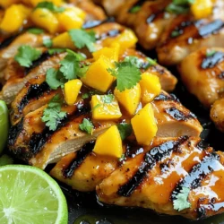 - Hähnchenbrustfilets: Du brauchst vier saftige Hähnchenbrustfilets ohne Knochen und Haut. Sie sind die Hauptzutat und bieten eine tolle Basis für unser Gericht. - Mango: Eine reife Mango, gewürfelt, bringt Süße und Frische. Achte darauf, dass sie weich und aromatisch ist. - Honig, Sojasauce und Sriracha: Diese drei Zutaten sind wichtig für die Marinade. Honig gibt Süße, Sojasauce sorgt für eine salzige Note, und Sriracha bringt die Würze. Du kannst die Sriracha-Menge nach deinem Geschmack anpassen. - Knoblauch und Ingwer: Zwei fein gehackte Knoblauchzehen und ein Esslöffel geriebener Ingwer bringen Aroma und Tiefe. Sie passen perfekt zu Hähnchen und Mango. - Olivenöl, Salz und Pfeffer: Ein Esslöffel Olivenöl hilft beim Grillen. Salz und Pfeffer würzen das Hähnchen nach deinem Geschmack. - Frischer Koriander: Gehackter Koriander verleiht dem Gericht Frische. Er sieht auch schön aus und gibt einen tollen Geschmack. - Limettenviertel: Limettenviertel sind ideal zum Servieren. Der frische Limettensaft gibt dem Gericht einen tollen Kick. Diese Zutaten machen dein Sweet and Spicy Mango Chicken zu einem echten Erlebnis! Um die Marinade zu machen, nimm eine mittelgroße Schüssel. Kombiniere die gewürfelte Mango, den Honig und die Sojasauce. Rühre gut um, bis alles gut vermischt ist. Jetzt füge den gehackten Knoblauch und den geriebenen Ingwer hinzu. Diese Zutaten geben der Marinade Geschmack und Tiefe. Mische alles noch einmal gut. Lass die Marinade mindestens 10 Minuten stehen. So können die Aromen sich entfalten. Nimm die Hähnchenbrustfilets und würze sie auf beiden Seiten mit Salz und Pfeffer. Leg die Hähnchenbrustfilets in einen Ziplock-Beutel oder in eine Schüssel. Gieße die Marinade über das Hähnchen. Achte darauf, dass jedes Stück gut bedeckt ist. Verschließe den Beutel oder decke die Schüssel ab. Lass das Hähnchen mindestens 30 Minuten im Kühlschrank marinieren. Für einen intensiveren Geschmack kannst du es auch bis zu 2 Stunden marinieren. Heize den Grill oder die Grillpfanne auf mittlerer Hitze vor. Gib etwas Olivenöl in die Pfanne, damit das Hähnchen nicht anklebt. Nimm die Hähnchenbrustfilets aus der Marinade und wirf die Marinade weg. Lege die Hähnchen auf den Grill. Grill die Hähnchen für etwa 6-7 Minuten pro Seite. Sie sind fertig, wenn die Innentemperatur 75°C erreicht. Lass das Hähnchen nach dem Grillen 5 Minuten ruhen. So bleibt es saftig. Schneide das Hühnchen in Scheiben und richte es schön an. Um den besten Geschmack zu erzielen, marinieren Sie das Hähnchen mindestens 30 Minuten. Für einen intensiveren Geschmack empfehle ich, 2 Stunden zu marinieren. Je länger das Hähnchen in der Marinade ist, desto mehr Aromen ziehen ein. Um die Innentemperatur des Hähnchens zu messen, nutzen Sie ein Fleischthermometer. Stecken Sie es in die dickste Stelle des Hähnchens. Die ideale Temperatur ist 75 °C. So stellen Sie sicher, dass das Hähnchen durchgegart ist und saftig bleibt. Für eine ansprechende Präsentation schneiden Sie das Hähnchen in Scheiben und richten es auf einem Teller an. Fügen Sie frische Mango-Würfel hinzu und träufeln Sie etwas Honig darüber. Bestreuen Sie das Gericht mit gehacktem Koriander und servieren Sie Limettenviertel dazu. Dies sorgt für Farbe und Frische auf dem Teller. {{image_4}} Wenn du mehr Schärfe magst, kannst du die Sriracha-Menge erhöhen. Fange mit 20 ml an und taste dich langsam vor. Probiere auch andere scharfe Saucen aus, wie Chilisauce oder Sambal Oelek. So bekommst du eine ganz neue Geschmacksrichtung. Um das Gericht süßer zu machen, kannst du verschiedene Früchte verwenden. Ananas oder Papaya passen gut. Du kannst auch frische Ananaswürfel in die Marinade geben. Diese Früchte bringen einen tollen, süßen Geschmack. Denke daran, die Frucht kurz vor dem Grillen hinzuzufügen, um die Frische zu bewahren. Für eine kalorienreduzierte Version kannst du die Menge an Honig reduzieren. Verwende nur 30 ml oder ersetze ihn durch Agavendicksaft. Du kannst auch Hähnchenbrustfilets ohne Haut nutzen, um Fett zu sparen. Diese kleinen Anpassungen machen das Gericht gesünder, ohne den tollen Geschmack zu verlieren. Um die Reste von deinem süßen und würzigen Mango-Hühnchen frisch zu halten, verwende luftdichte Behälter. Stelle sicher, dass die Reste abgekühlt sind, bevor du sie einpackst. So bleiben Geschmack und Textur erhalten. Du kannst die Reste bis zu drei Tage im Kühlschrank lagern. Wenn du das Hühnchen später genießen möchtest, empfehle ich, es in Portionen aufzuteilen. So kannst du einfach die Menge nehmen, die du brauchst. Wenn du das Hühnchen lange aufbewahren möchtest, friere es ein. Lass das gegrillte Hühnchen zuerst abkühlen. Wickele es dann fest in Frischhaltefolie oder lege es in einen gefriergeeigneten Behälter. Beschrifte den Behälter mit dem Datum. Das Hühnchen bleibt bis zu drei Monate im Gefrierfach frisch. Zum Auftauen lege es einfach über Nacht in den Kühlschrank. Du kannst es auch in der Mikrowelle auftauen, wenn es schnell gehen muss. Die Marinade aus Mango, Honig und Sojasauce hält sich im Kühlschrank bis zu einer Woche. Bewahre sie in einem luftdichten Behälter auf. Wenn du die Marinade länger aufbewahren möchtest, kannst du sie auch einfrieren. Fülle sie in Eiswürfelformen, um kleine Portionen zu machen. So hast du immer frische Marinade bereit, wann immer du sie brauchst. Um den besten Geschmack aus der Marinade zu holen, marinieren Sie das Hähnchen mindestens 30 Minuten. Für intensiveren Geschmack lassen Sie es bis zu 2 Stunden ziehen. Je länger die Marinade wirkt, desto besser verbinden sich die Aromen. Nutzen Sie frische Zutaten wie Knoblauch und Ingwer. Diese geben der Marinade einen starken Geschmack. Überlegen Sie auch, die Sriracha nach Ihrem Geschmack anzupassen. So können Sie die Schärfe nach Belieben steigern oder verringern. Ja, Sie können das Rezept leicht anpassen. Wechseln Sie die Mango gegen andere Früchte wie Ananas oder Pfirsiche. Diese Früchte geben ebenfalls eine süße Note. Wenn Sie es schärfer mögen, erhöhen Sie die Sriracha oder fügen Sie frische Chili hinzu. Für eine süßere Marinade können Sie mehr Honig verwenden. Auch Kräuter wie Basilikum oder Minze passen gut dazu und bringen frische Aromen. Seien Sie kreativ und experimentieren Sie mit verschiedenen Geschmäckern. Nach dem Grillen können Sie das Hähnchen bis zu 3-4 Tage im Kühlschrank aufbewahren. Lagern Sie es in einem luftdichten Behälter. Wenn Sie das Hähnchen länger aufbewahren möchten, können Sie es einfrieren. In einem gefrierfesten Beutel hält es sich bis zu 3 Monate. Achten Sie darauf, das Hähnchen gut zu beschriften. So wissen Sie immer, wann Sie es eingefroren haben. In diesem Blogbeitrag habe ich Ihnen gezeigt, wie Sie köstliches gegrilltes Hähnchen mit Mango zubereiten. Wir haben die Zutaten, die Schritte und wichtige Tipps durchgenommen. Denken Sie daran, die Marinierzeiten zu beachten und das Hähnchen richtig zu grillen. Für zusätzliche Pfiff können Sie die Sriracha anpassen oder verschiedene Früchte verwenden. Mit diesen einfachen Tricks wird Ihr Gericht zum Hit. Viel Spaß beim Kochen und Genießen!