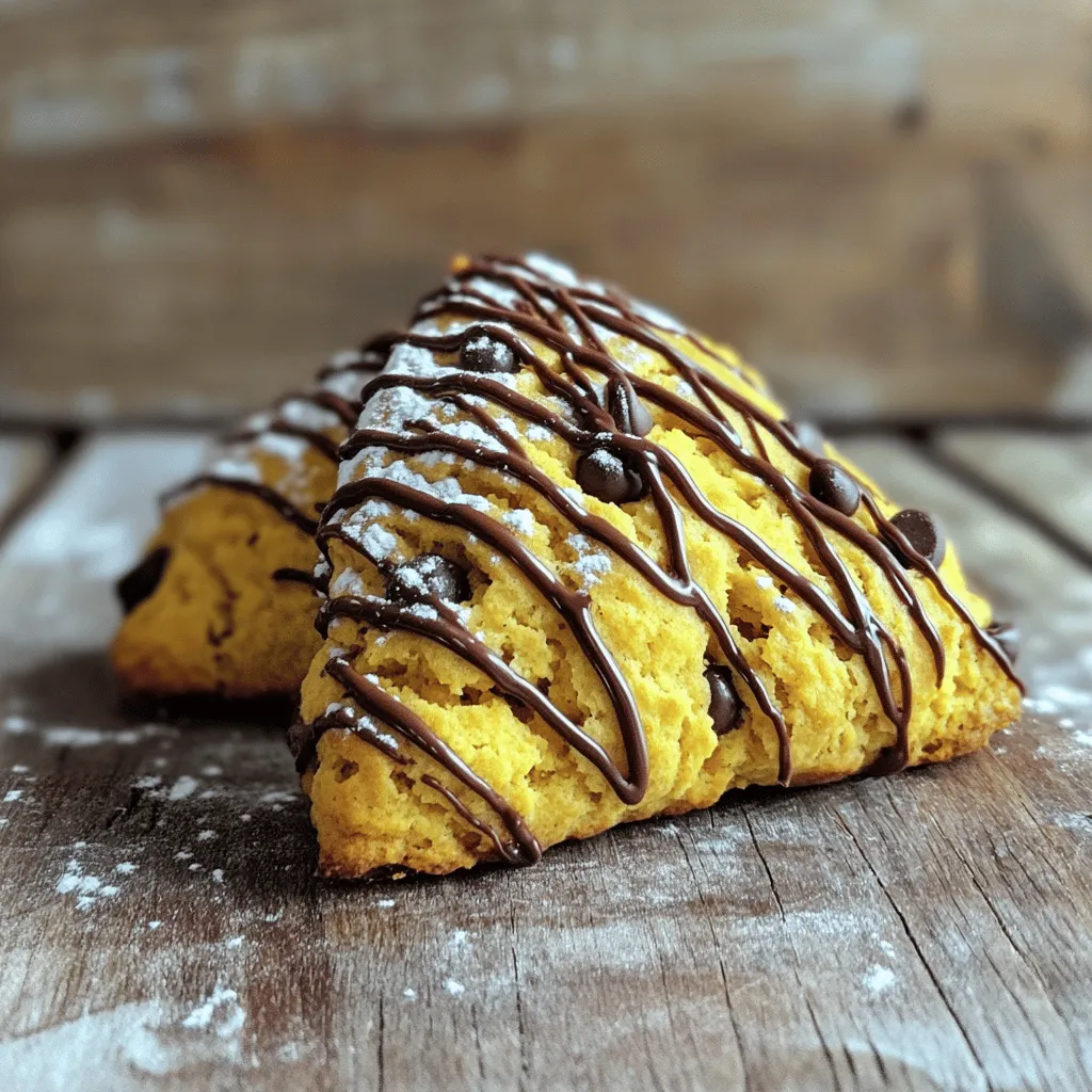 Für köstliche Schokoladenstückchen-Kürbis-Scones benötigen Sie: - 240 g Weizenmehl (Type 405) - 120 g Vollkornmehl - 100 g brauner Zucker - 2 Teelöffel Backpulver - 1/2 Teelöffel Natron - 1/2 Teelöffel Salz - 1 Teelöffel Zimt (gemahlen) - 1/2 Teelöffel Muskatnuss (gemahlen) - 60 g kalte, ungesalzene Butter, gewürfelt - 120 g Kürbispüree (aus der Dose) - 60 ml Milch - 1 großes Ei - 1 Teelöffel Vanilleextrakt - 90 g Schokoladenstückchen - 1 Esslöffel grober Zucker zum Bestreuen (optional) Diese Zutaten sind einfach zu finden. Sie machen die Scones weich und lecker. Um die Scones zu backen, brauchen Sie: - Eine große Schüssel - Einen Teigmischer oder Ihre Hände - Ein Backblech - Backpapier - Ein Nudelholz (optional) - Ein scharfes Messer oder einen Ausstecher Diese Utensilien helfen Ihnen, die Scones perfekt zuzubereiten. Wenn Sie Kürbispüree wählen, achten Sie auf die Qualität. - Verpackung: Wählen Sie Dosen ohne Zusatzstoffe. - Farbe: Das Püree sollte eine schöne, tiefe orange Farbe haben. - Marke: Einige Marken sind besser als andere. Probieren Sie verschiedene aus. Gutes Kürbispüree macht den Unterschied. Es sorgt für einen tollen Geschmack und eine schöne Textur. Beginne damit, deinen Ofen auf 200 °C vorzuheizen. Lege ein Backblech mit Backpapier aus. So bleibt alles sauber. Nimm alle Zutaten heraus und stelle sicher, dass du alles hast. Du brauchst Mehl, Zucker, Butter und Kürbispüree. In einer großen Schüssel vermenge das Weizenmehl, Vollkornmehl, braunen Zucker, Backpulver, Natron, Salz, Zimt und Muskatnuss. Rühre gut um. Füge dann die kalte, gewürfelte Butter hinzu. Arbeite die Butter mit deinen Fingern ein, bis die Mischung krümelig aussieht. In einer anderen Schüssel mische das Kürbispüree, die Milch, das Ei und den Vanilleextrakt. Rühre bis alles glatt ist. Gieße diese Mischung in die Schüssel mit den trockenen Zutaten. Mische alles vorsichtig, bis es gerade so verbunden ist. Zu viel Rühren macht die Scones hart. Hebe dann die Schokoladenstückchen unter den Teig. Gib den Teig auf eine bemehlte Arbeitsfläche. Forme ihn zu einem Kreis, etwa 2,5 cm dick. Schneide den Kreis in Keile oder benutze einen Ausstecher. Setze die Scones auf das Backblech. Wenn du magst, streue groben Zucker obenauf. Backe die Scones 15 bis 18 Minuten lang, bis sie goldbraun sind. Mache den Zahnstochertest. Wenn der Zahnstocher sauber herauskommt, sind sie fertig. Lass die Scones einige Minuten abkühlen, bevor du sie auf ein Kuchengitter legst. Um luftige Scones zu machen, achte auf die Butter. Sie sollte kalt sein. Das hilft, die Scones locker zu machen. Mische die Butter mit der Mehlmischung, bis sie wie grobe Krümel aussieht. Rühre den Teig nur leicht, um die Luft nicht herauszudrücken. Das ist wichtig für die Struktur. Ein häufiger Fehler ist, den Teig zu stark zu mischen. Das kann die Scones hart machen. Auch das Verwenden von zu viel Mehl kann sie trocken machen. Stelle sicher, dass du die richtige Menge verwendest. Achte darauf, dass der Ofen richtig vorgeheizt ist. Das Backen bei der falschen Temperatur kann die Scones verbrennen oder nicht richtig aufgehen. Du kannst die Scones anpassen, indem du Nüsse oder Trockenfrüchte hinzufügst. Walnüsse oder Cranberries passen gut. Für einen besonderen Kick kannst du auch Gewürze wie Ingwer oder Nelken probieren. Wenn du die Scones herzhafter magst, füge Käse hinzu. Das gibt einen tollen Geschmack! {{image_4}} Um glutenfreie Schokoladenstückchen-Kürbis-Scones zu machen, verwende einfach glutenfreies Mehl. Du kannst eine Mischung aus Reismehl und Kartoffelstärke nutzen. Diese Mehlmischung sorgt für einen ähnlichen Geschmack. Achte darauf, das Backpulver und das Natron zu verwenden, um die Scones locker zu machen. Für vegane Schokoladenstückchen-Kürbis-Scones ersetze die Milch durch pflanzliche Milch wie Mandel- oder Hafermilch. Statt des Eis kannst du ein Leinsamen-Ei verwenden. Mische einen Esslöffel Leinsamenmehl mit drei Esslöffeln Wasser. Lass es kurz quellen. Auch die Butter sollte durch vegane Margarine ersetzt werden. So bleiben die Scones lecker und tierfreundlich. Du kannst die Schokoladenstückchen variieren. Probier weiße Schokolade oder Zartbitter-Schokolade aus. Auch Nüsse wie Walnüsse oder Pecannüsse passen gut zu den Scones. Für eine fruchtige Note füge getrocknete Cranberries oder Rosinen hinzu. Diese Variationen sorgen für neuen Geschmack und Spaß beim Backen. Um die Scones frisch zu halten, lege sie in einen luftdichten Behälter. So bleibt die Feuchtigkeit erhalten. Du kannst sie auch in Frischhaltefolie wickeln. Bewahre sie bei Raumtemperatur auf, aber nicht länger als drei Tage. Wenn du die Scones länger aufbewahren möchtest, ist das Einfrieren eine gute Option. Um die Scones einzufrieren, lass sie zuerst ganz abkühlen. Dann lege sie in einen gefrierfesten Beutel. Achte darauf, die Luft aus dem Beutel zu drücken. So bleibt die Qualität erhalten. Zum Auftauen leg die Scones einfach in den Kühlschrank über Nacht. Du kannst sie auch bei Zimmertemperatur auftauen lassen. Um die Scones wieder warm zu machen, heize deinen Ofen auf 180 °C vor. Lege die Scones auf ein Backblech und wärme sie etwa 5-10 Minuten. So werden sie wieder lecker und frisch. Alternativ kannst du sie auch in der Mikrowelle erhitzen. Stelle die Mikrowelle auf mittlere Leistung und erwärme sie 10-15 Sekunden. So bleiben sie weich und schmackhaft. Die Scones halten sich gut für etwa drei Tage bei Zimmertemperatur. Bewahre sie in einem luftdichten Behälter auf. So bleiben sie frisch und weich. Wenn du die Scones länger aufbewahren möchtest, friere sie ein. Im Gefrierschrank halten sie bis zu drei Monate. Zum Aufwärmen einfach für ein paar Minuten in den Ofen legen. Ja, du kannst frisches Kürbispüree verwenden. Achte darauf, es gut zu pürieren. Frisches Kürbispüree hat oft mehr Feuchtigkeit. Möglicherweise musst du die Milchmenge reduzieren. Teste den Teig, um die beste Konsistenz zu erreichen. Zu den Schokoladenstückchen-Kürbis-Scones passen viele Getränke. Ein heißer Kaffee ist eine gute Wahl. Auch schwarzer Tee harmoniert perfekt. Für eine süßere Option probiere heiße Schokolade. Jedes dieser Getränke ergänzt die Aromen der Scones wunderbar. Die Zutaten und die Schritte zur Herstellung von Schokoladenstückchen-Kürbis-Scones sind einfach. Wir haben wichtige Zutaten, Backutensilien und Tipps behandelt. Die Schritt-für-Schritt-Anleitung zeigt dir, wie du leckere Scones machst. Ich habe Techniken und Fehler aufgedeckt, die dir helfen, perfekt luftige Scones zu backen. Variationen, wie glutenfreie und vegane Optionen, bieten dir Flexibilität. Zum Schluss hast du Infos zur Aufbewahrung und Antworten auf häufige Fragen. Mit diesen Tipps kannst du tolle Scones genießen. Viel Spaß beim Backen!