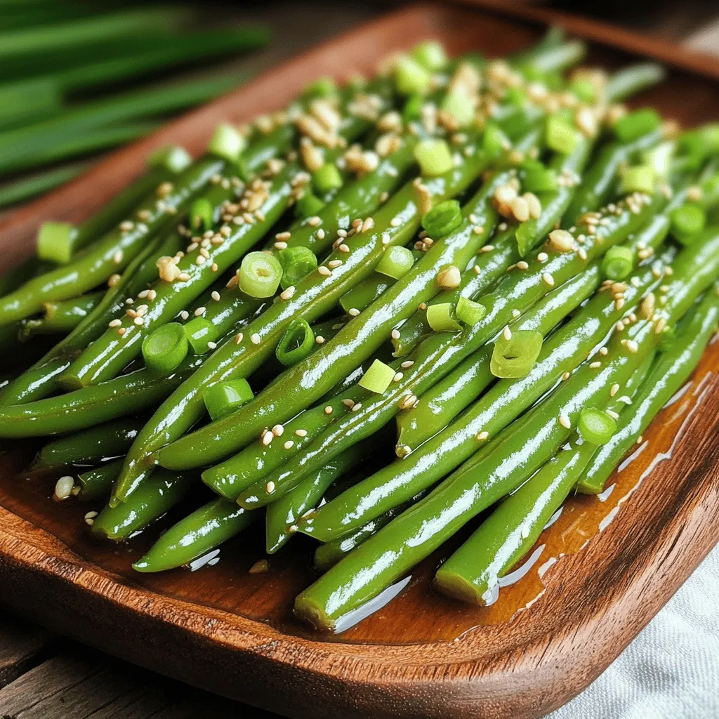 - 450 g frische grüne Bohnen, geputzt - 3 Esslöffel Honig - 2 Esslöffel Sojasoße - 3 Zehen Knoblauch, fein gehackt - 1 Esslöffel Olivenöl - 1 Teelöffel Sesamöl - Salz und Pfeffer nach Geschmack Diese Zutaten sind einfach zu finden. Die grünen Bohnen sind der Star des Gerichts. Der Honig bringt Süße, während die Sojasoße für Tiefe sorgt. Knoblauch fügt einen starken Geschmack hinzu. Öle helfen, alles zu verbinden und geben einen guten Geschmack. - Sesamsamen zur Dekoration - Gehackte Frühlingszwiebeln zur Dekoration Diese Dekorationselemente sind nicht nur hübsch, sie bringen auch zusätzlichen Geschmack. Sesamsamen geben einen nussigen Crunch. Frühlingszwiebeln fügen Frische hinzu und sorgen für Farbe. - Honig kann durch Agavendicksaft ersetzt werden. - Sojasoße kann durch Tamari ersetzt werden, um glutenfrei zu sein. - Knoblauchpulver kann anstelle von frischem Knoblauch verwendet werden. Wenn du keine grünen Bohnen hast, kannst du auch andere Bohnen verwenden. Auch Brokkoli oder Zucchini passen gut. Sei kreativ und passe das Rezept an deinen Geschmack an. Zuerst wasche die frischen grünen Bohnen. Entferne die Enden mit einem scharfen Messer. Du möchtest sie gleichmäßig und schön präsentieren. Lege die Bohnen beiseite, während du die Sauce vorbereitest. Es ist wichtig, die Bohnen gut vorzubereiten, damit sie später gleichmäßig garen. Nimm eine kleine Schüssel und füge drei Esslöffel Honig hinzu. Danach gib zwei Esslöffel Sojasoße dazu. Füge die drei fein gehackten Knoblauchzehen hinzu. Jetzt kommen ein Esslöffel Olivenöl und ein Teelöffel Sesamöl. Rühre alles gut um, bis die Sauce gleichmäßig aussieht. Diese Mischung gibt den Bohnen ihren tollen Geschmack. Erhitze eine große Pfanne bei mittlerer bis hoher Hitze. Gib die vorbereiteten grünen Bohnen in die Pfanne und brate sie für etwa drei bis vier Minuten an. Die Bohnen sollten jetzt schön leuchtend grün sein. Gieße dann die Honig-Knoblauch-Sauce über die Bohnen. Mische alles gut, damit jede Bohne die Sauce aufnimmt. Lasse sie für fünf bis sieben Minuten kochen. Rühre gelegentlich um, damit die Bohnen gleichmäßig garen. Würze die Bohnen mit Salz und Pfeffer nach Geschmack. Wenn sie schön zart und knackig sind, nimm sie vom Herd. Die Kochzeit ist wichtig. Ich empfehle, die Bohnen 3-4 Minuten bei mittlerer bis hoher Hitze zu braten. So bleiben sie knackig und frisch. Nach dem Braten kommen sie in die Sauce, wo sie weitere 5-7 Minuten kochen. Diese Zeit sorgt dafür, dass die Bohnen zart werden, aber nicht matschig. Für die Sauce mische Honig, Sojasoße und Knoblauch gut. Füge Oliven- und Sesamöl hinzu. Achte darauf, dass alles gleichmäßig vermischt ist. Diese Schritte helfen, die perfekte Balance zwischen süß und salzig zu erreichen. Die Sauce sollte leicht eindicken, wenn du die Bohnen darin kochst. So bleibt der Geschmack intensiv, und die Bohnen nehmen ihn gut auf. Frische Bohnen bieten den besten Geschmack und die beste Textur. Sie haben eine knackige Frische, die gefrorene Bohnen nicht ganz erreichen können. Wenn du gefrorene Bohnen verwendest, koche sie etwas länger. Achte darauf, dass sie gut aufgetaut sind, bevor du sie brätst. Beides ist möglich, aber frische Bohnen sind meine erste Wahl. {{image_4}} Wenn Sie es scharf mögen, fügen Sie frische Chilis hinzu. Schneiden Sie die Chilis in kleine Stücke. Geben Sie sie zusammen mit dem Knoblauch in die Pfanne. Die Schärfe bringt einen neuen Kick. Experimentieren Sie mit der Menge, um die perfekte Balance zu finden. Diese pikante Note passt gut zu den süßen Aromen des Honigs. Um das Gericht noch bunter zu machen, fügen Sie mehr Gemüse hinzu. Karotten oder Paprika passen hervorragend. Schneiden Sie sie in kleine Stücke und braten Sie sie zusammen mit den Bohnen an. Das erhöht nicht nur die Nährstoffe, sondern auch die Farben auf dem Teller. Sie können auch Tofu hinzufügen, um mehr Protein zu bekommen. Für besondere Anlässe können Sie die Bohnen mit Nüssen oder Trockenfrüchten verfeinern. Walnüsse oder Mandeln bringen einen tollen Crunch. Trockenfrüchte wie Cranberries oder Aprikosen sorgen für eine süße Überraschung. Diese kreativen Zusätze machen das Gericht festlich und einzigartig. Machen Sie Ihre Honig-Knoblauch-Grüne-Bohnen zum Star jeder Feier! Um die Reste der Honig-Knoblauch-Grünen Bohnen aufzubewahren, lege sie in einen Behälter. Verwende einen luftdichten Behälter. So bleiben die Bohnen frisch. Du kannst sie auch in Frischhaltefolie wickeln. Stelle den Behälter in den Kühlschrank. So bleiben sie 3 bis 4 Tage gut. Wenn du die Bohnen wieder aufwärmen möchtest, gibt es einfache Wege. Du kannst sie in einer Pfanne erwärmen. Füge dabei einen kleinen Spritzer Wasser hinzu. So bleiben sie saftig. Du kannst auch die Mikrowelle nutzen. Erwärme die Bohnen in kurzen Abständen, damit sie nicht überkochen. Die zubereiteten Bohnen halten sich im Kühlschrank 3 bis 4 Tage. Du kannst sie auch einfrieren. Wenn du sie einfrierst, lege sie in einen Gefrierbeutel. So bleiben sie bis zu 3 Monate frisch. Achte darauf, die Bohnen vor dem Einfrieren gut abzukühlen. So behältst du den besten Geschmack. Frische grüne Bohnen bleiben im Kühlschrank etwa 5 bis 7 Tage haltbar. Lagern Sie sie in einer Papiertüte oder einem offenen Behälter. So bleibt die Feuchtigkeit reguliert und die Bohnen bleiben knackig. Achten Sie darauf, die Bohnen vor dem Lagern nicht zu waschen, da dies die Haltbarkeit verkürzen kann. Ja, Sie können die Bohnen im Voraus zubereiten. Kochen Sie die Bohnen wie im Rezept beschrieben und lassen Sie sie abkühlen. Stellen Sie sie dann in den Kühlschrank. Sie sind bis zu 2 Tage haltbar. Erwärmen Sie die Bohnen vor dem Servieren in einer Pfanne oder Mikrowelle. Das gibt Ihnen einen schnellen, leckeren Snack oder eine Beilage. Ja, dieses Rezept ist vegan, wenn Sie vegane Sojasoße verwenden. Achten Sie darauf, dass der Honig durch einen pflanzlichen Süßstoff ersetzt wird, wenn Sie es komplett vegan halten möchten. Agavendicksaft oder Ahornsirup sind gute Alternativen. So bleibt das Gericht lecker und pflanzlich! In diesem Artikel habe ich die wichtigen Zutaten und die Schritte zur Zubereitung von grünen Bohnen beschrieben. Ich habe Tipps gegeben, um die perfekte Sauce zu erhalten und verschiedene Variationen vorgestellt. Außerdem habe ich erklärt, wie man Reste lagert und erwärmt. Mit diesen Informationen kannst du das Gericht ganz nach deinem Geschmack anpassen. Probiere neue Geschmäcker aus und genieße das Kochen!