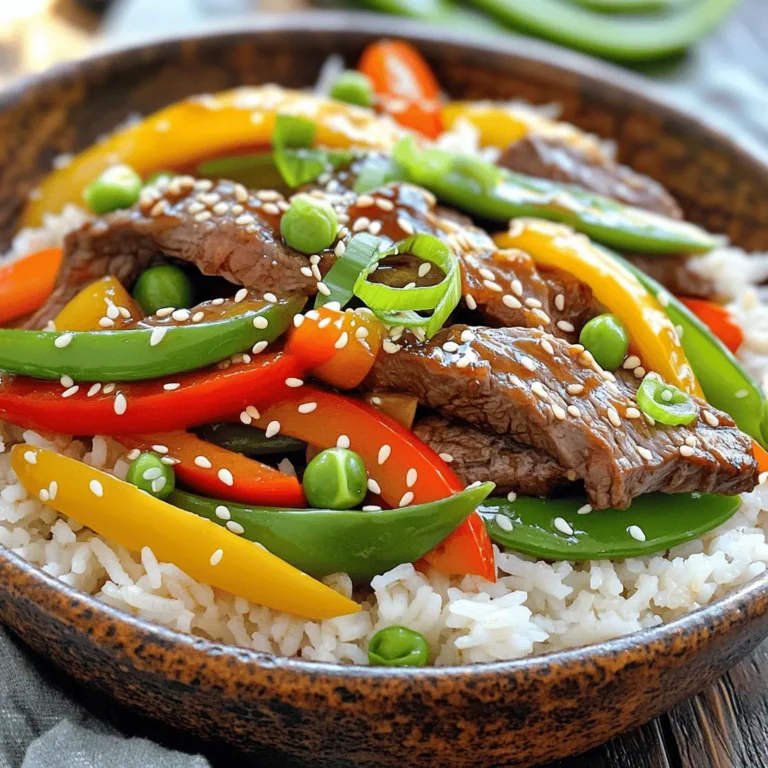 - 450g Flankensteak, dünn gegen die Faser geschnitten - 2 Esslöffel Sesamöl - 2 Esslöffel frischer Ingwer, fein gehackt - 3 Knoblauchzehen, fein gehackt - 1 rote Paprika, in feine Streifen geschnitten - 1 gelbe Paprika, in feine Streifen geschnitten - 1 Tasse Zuckerschoten - 1 Karotte, dünn aufgeschnitten - 3 Frühlingszwiebeln, gehackt (weiße und grüne Teile getrennt) - 60ml Sojasauce - 2 Esslöffel Honig - 1 Esslöffel Reisessig - 1 Teelöffel Speisestärke, in 1 Esslöffel Wasser aufgelöst - Sesamsamen zum Garnieren - Gekochter Jasminreis oder Nudeln, zum Servieren Die Zutaten sind einfach zu finden. Das Flankensteak gibt einen tollen Geschmack. Ingwer und Knoblauch bringen Frische. Paprika und Zuckerschoten fügen Farbe hinzu und sorgen für Knusprigkeit. Du kannst die Saucen nach Geschmack anpassen. Wenn du es süßer magst, füge mehr Honig hinzu. Die Beilagen sind flexibel. Reis oder Nudeln passen perfekt. Du beginnst mit 450g Flankensteak. Schneide es dünn gegen die Faser. Das hilft, das Fleisch zart zu halten. Erhitze eine große Wok-Pfanne bei mittelhoher Hitze. Füge 1 Esslöffel Sesamöl hinzu. Wenn das Öl heiß ist, lege das geschnittene Rindfleisch hinein. Brate es 2-3 Minuten lang, ohne es zu bewegen. So bekommt es eine schöne braune Farbe. Wende das Fleisch und brate es weitere 1-2 Minuten, bis es gar ist. Nimm das Fleisch aus der Pfanne und stelle es beiseite. In dieselbe Pfanne gibst du den restlichen Esslöffel Sesamöl. Füge 2 Esslöffel frischen Ingwer und 3 gehackte Knoblauchzehen hinzu. Dünste alles für 30 Sekunden. Es wird duften! Jetzt kommen die bunten Gemüse dazu. Schneide 1 rote und 1 gelbe Paprika in feine Streifen. Füge 1 Tasse Zuckerschoten und 1 dünn aufgeschnittene Karotte hinzu. Brate das Gemüse für 3-4 Minuten. Es sollte hell und leicht zart sein. Füge das Rindfleisch zurück in die Pfanne. Mische es gut mit dem Gemüse. Jetzt wird es spannend: Gieße 60ml Sojasauce, 2 Esslöffel Honig und 1 Esslöffel Reisessig über die Mischung. Rühre alles um. Dann gib die Speisestärkemischung dazu. Das ist 1 Teelöffel Speisestärke, in 1 Esslöffel Wasser aufgelöst. Rühre weiter, bis die Sauce eindickt. Das dauert etwa 1-2 Minuten. Füge schließlich die weißen Teile von 3 gehackten Frühlingszwiebeln hinzu und rühre alles gut durch. Die Garzeit für Rindfleisch ist entscheidend. Du willst zartes Fleisch, das nicht zäh ist. Brate das Flankensteak in einer einzigen Schicht an, um eine schöne Kruste zu bekommen. Bei mittelhoher Hitze brate es zwei bis drei Minuten. Wende es und brate es noch ein bis zwei Minuten. So bleibt das Fleisch saftig und schmackhaft. Um den Geschmack zu verstärken, nutze frische Zutaten. Frischer Ingwer und Knoblauch bringen viel Aroma. Füge auch etwas Honig hinzu, um eine süße Tiefe zu erreichen. Reisessig sorgt für einen tollen Säurekick. Du kannst sogar etwas Chili hinzufügen, wenn du es schärfer magst. Garniere das Gericht mit Sesamsamen für einen nussigen Geschmack. Ein Wok oder eine große Bratpfanne ist ideal für diese Pfanne. Sie sorgen für eine gleichmäßige Hitzeverteilung. Ein scharfes Messer hilft dir, das Gemüse in feine Streifen zu schneiden. Eine Holzlöffel ist perfekt, um alles gut zu vermischen. Die richtige Ausrüstung macht das Kochen einfacher und das Ergebnis besser. {{image_4}} Wenn du das Rindfleisch ersetzen möchtest, gibt es viele Optionen. Tofu ist eine tolle Wahl. Wähle festen Tofu und schneide ihn in Würfel. Brate den Tofu goldbraun an, bevor du das Gemüse hinzufügst. Eine andere gute Option ist Tempeh. Es hat einen nussigen Geschmack und gibt dir eine schöne Textur. Du kannst auch Seitan verwenden, wenn du eine fleischähnliche Konsistenz möchtest. Für eine glutenfreie Version der Pfanne, ersetze die Sojasauce durch Tamari. Tamari hat den gleichen herzhaften Geschmack, ist aber glutenfrei. Stelle sicher, dass auch der Honig und der Reisessig glutenfrei sind. Viele Marken bieten jetzt glutenfreie Saucen an, also achte auf die Etiketten. Du kannst viele andere Gemüsesorten hinzufügen. Brokkoli, Zucchini oder Pilze passen gut. Möhren geben eine süße Note. Du kannst auch Bohnen oder Blumenkohl verwenden. Achte darauf, das Gemüse gleichmäßig zu schneiden, damit alles gleichmäßig gart. Experimentiere mit verschiedenen Farben und Texturen für ein schöneres Gericht! Um die Reste deiner Sesame Ginger Beef Stir Fry frisch zu halten, lege sie in einen luftdichten Behälter. Lass das Gericht zuerst auf Raumtemperatur abkühlen. Dann verschließe den Behälter gut. So bleiben die Aromen erhalten. Die Reste sind im Kühlschrank bis zu drei Tage haltbar. Achte darauf, das Gericht vor dem Kühlen zu etikettieren. So weißt du, wann du es gekocht hast. Wenn du mehr Reste hast oder das Gericht für später aufbewahren möchtest, friere es ein. Teile die Stir Fry in Portionen auf. Verwende gefriergeeignete Behälter oder Beutel. Achte darauf, so viel Luft wie möglich zu entfernen. So verhinderst du Gefrierbrand. Die Stir Fry hält sich bis zu drei Monate im Gefrierfach. Um das Gericht optimal aufzutauen, lege es über Nacht in den Kühlschrank. Um die Stir Fry aufzuwärmen, verwende am besten eine Pfanne. Erhitze etwas Sesamöl bei mittlerer Hitze. Füge die Reste hinzu und brate sie für 3-5 Minuten. Rühre gut um, damit alles gleichmäßig warm wird. Du kannst auch einen Spritzer Wasser oder Brühe hinzufügen, um die Sauce wieder aufzufrischen. Alternativ kannst du die Reste in der Mikrowelle aufwärmen. Decke die Schüssel mit einem feuchten Papiertuch ab, um ein Austrocknen zu verhindern. Um das Rindfleisch zart zu machen, schneide es dünn gegen die Faser. Das bedeutet, du schneidest quer zur Muskelfaser. Diese Technik hilft, die Fasern zu brechen und das Fleisch zart zu halten. Marinieren ist auch wichtig. Verwende Sojasauce oder Sesamöl, um das Fleisch zu würzen und es noch zarter zu machen. Lass das Fleisch mindestens 30 Minuten in der Marinade ruhen. Ja, du kannst andere Gemüsesorten verwenden. Brokkoli, Zucchini oder Pilze sind gute Optionen. Du kannst sogar Spinat oder Bok Choy hinzufügen für mehr Nährstoffe. Achte nur darauf, dass die Gemüse ähnliche Garzeiten haben. Das sorgt dafür, dass alles gleichmäßig gart. Experimentiere mit deinen Lieblingsgemüsesorten für einen persönlichen Touch. Dieses Rezept ist ideal für Meal Prep. Es lässt sich gut aufbewahren und schmeckt auch nach dem Aufwärmen lecker. Teile die Mischung in luftdichte Behälter. So bleibt alles frisch. Du kannst das Gericht bis zu vier Tage im Kühlschrank aufbewahren. Wenn du es einfrierst, halte die Sauce getrennt, um die Textur zu bewahren. Diese Anleitung hilft dir, ein köstliches Pfannengericht zuzubereiten. Du hast gelernt, welche Zutaten wichtig sind und wie du Schritt für Schritt vorgehst. Tipps zum Garen und über die richtigen Geräte haben dir wertvolle Hinweise gegeben. Auch Variationen und Lagerungshinweise sind berücksichtigt. Denk daran, auch vegetarische oder glutenfreie Anpassungen einzuführen. Mit diesen Informationen kannst du sicher leckere Gerichte zubereiten und sie gut aufbewahren. Viel Spaß beim Kochen!