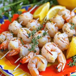 Für die Zitronen-Thymian Grill-Garnelen-Spieße benötigen Sie: - 450 g große Garnelen, geschält und entdarmt - 2 Esslöffel Olivenöl - Saft und Schale von 2 Zitronen - 2 Knoblauchzehen, fein gehackt - 1 Esslöffel frische Thymianblätter (oder 1 Teelöffel getrockneter Thymian) - 1 Teelöffel Paprika - Salz und Pfeffer nach Geschmack - Spieße (aus Holz oder Metall) Die Garnelen sind der Star in diesem Gericht. Sie sollten groß und frisch sein. Die Zitrone bringt Frische und Säure. Ihre Schale gibt zusätzlichen Geschmack. Olivenöl hilft, die Aromen zu verbinden und macht die Garnelen zart. Knoblauch verleiht einen würzigen Kick. Thymian bringt einen erdigen Geschmack, der gut zu Meeresfrüchten passt. Paprika fügt eine milde Süße hinzu. Schließlich sorgen Salz und Pfeffer für das richtige Gleichgewicht. Wenn Sie keine großen Garnelen finden, können Sie auch kleine Garnelen verwenden. Für die Marinade können Sie Limetten statt Zitronen nutzen. Wenn Sie keinen frischen Thymian haben, nehmen Sie getrockneten Thymian. Anstelle von Olivenöl können Sie auch Avocadoöl verwenden. Für mehr Würze probieren Sie Chili-Pulver oder Cayennepfeffer. Wenn Sie Holzspieße verwenden, denken Sie daran, sie vorher einzuweichen, um ein Anbrennen zu verhindern. Zuerst bereiten Sie die Garnelen vor. Sie brauchen große Garnelen, geschält und entdarmt. Nehmen Sie eine große Schüssel. Geben Sie 2 Esslöffel Olivenöl hinein. Fügen Sie den Saft und die Schale von 2 Zitronen hinzu. Danach kommen 2 fein gehackte Knoblauchzehen dazu. Jetzt mischen Sie 1 Esslöffel frische Thymianblätter hinein. Wenn Sie keinen frischen Thymian haben, verwenden Sie 1 Teelöffel getrockneten Thymian. Jetzt ein Teelöffel Paprika, Salz und Pfeffer nach Geschmack. Rühren Sie alles gut um, bis die Marinade gleichmäßig ist. Nun fügen Sie die Garnelen zur Marinade hinzu. Werfen Sie die Garnelen vorsichtig, um sie gut zu beschichten. Lassen Sie die Garnelen für mindestens 15 bis 30 Minuten marinieren. So ziehen die Aromen gut ein. Heizen Sie Ihren Grill auf mittlere bis hohe Hitze vor. Wenn Sie Holzspieße verwenden, legen Sie diese mindestens 30 Minuten in Wasser. Das verhindert, dass sie auf dem Grill verbrennen. Stecken Sie 5 bis 6 Garnelen auf jeden Spieß. Legen Sie die Spieße auf den Grill. Grillen Sie sie etwa 2 bis 3 Minuten pro Seite. Die Garnelen sollten rosa und durchscheinend sein. Achten Sie darauf, sie nicht zu übergaren. Wenn sie fertig sind, nehmen Sie die Spieße vom Grill. Lassen Sie sie eine Minute ruhen, bevor Sie sie servieren. Servieren Sie die gegrillten Garnelenspieße auf einer großen Servierplatte. Garnieren Sie sie mit zusätzlichen Zitronenschnitzen und frischen Thymianzweigen. Das macht das Gericht lebendig und ansprechend. Träufeln Sie auch die restliche Marinade, die eine Minute auf dem Grill gekocht wurde, darüber. So bekommen die Spieße zusätzlichen Geschmack. Genießen Sie jeden Bissen! Die Marinierzeit ist wichtig für den Geschmack. Ich empfehle, die Garnelen mindestens 15 bis 30 Minuten zu marinieren. So nehmen sie den Zitronen-Thymian-Geschmack gut auf. Zu langes Marinieren kann die Garnelen jedoch zäh machen. Halte dich an diese Zeiten, um das beste Ergebnis zu erzielen. Um die Garnelen perfekt zu grillen, achte auf die Grillhitze. Heize den Grill auf mittlere bis hohe Hitze vor. Lege die Spieße vorsichtig auf den Grill und grill sie 2 bis 3 Minuten pro Seite. Sie sind fertig, wenn sie rosa und durchscheinend sind. Übergare sie nicht, sonst verlieren sie ihren Biss. Ein häufiger Fehler ist das Anbrennen der Holzspieße. Um das zu vermeiden, lege sie vor dem Grillen in Wasser ein. Ein weiterer Fehler ist zu langes Marinieren. Das führt zu zähen Garnelen. Achte darauf, die Garnelen nicht zu übergaren, um die zarte Textur zu bewahren. {{image_4}} Du kannst die Aromen leicht anpassen. Probiere frische Kräuter wie Oregano oder Basilikum. Paprika kann durch Cayennepfeffer ersetzt werden, wenn du es schärfer magst. Auch ein Spritzer Limettensaft bringt eine schöne Frische. Für einen asiatischen Twist, füge Sojasauce und Ingwer hinzu. Experimentiere mit deinen Lieblingsgeschmäckern. Jeder neue Geschmack macht die Spieße spannend. Garnelen-Spieße passen toll zu vielen Beilagen. Ein frischer grüner Salat bringt Leichtigkeit. Reis oder Quinoa sind nahrhaft und füllen gut. Gegrilltes Gemüse wie Zucchini oder Paprika gibt zusätzliche Farben und Aromen. Auch ein leichtes Knoblauchbrot ist eine tolle Wahl. Diese Beilagen ergänzen die Aromen der Garnelen perfekt. Du kannst die Garnelen auch in der Pfanne oder im Backofen zubereiten. In der Pfanne braten sie schnell. Nutze ein wenig Öl und erhitze die Pfanne gut. Im Backofen stelle die Spieße auf ein Blech und grille sie bei 200 Grad. Es ist einfach und die Garnelen bleiben saftig. Jede Methode hat ihre Vorteile, also wähle die, die dir am besten gefällt. Wenn Sie Reste von den Garnelenspießen haben, lagern Sie diese in einem luftdichten Behälter. Stellen Sie sicher, dass die Spieße vollständig abgekühlt sind, bevor Sie sie einlagern. So bleiben sie frisch und lecker. Im Kühlschrank sind die Reste bis zu drei Tage haltbar. Wenn Sie die Spieße länger aufbewahren möchten, frieren Sie sie ein. Wickeln Sie die Spieße gut in Frischhaltefolie ein oder legen Sie sie in einen Gefrierbeutel. Die Marinade ist voller Geschmack und kann wiederverwendet werden! Verwenden Sie sie, um Gemüse zu marinieren oder als Dressing für einen Salat. Achten Sie darauf, die Marinade vorher zu kochen, um Bakterien abzutöten. Dies geschieht einfach, indem Sie sie in einem kleinen Topf auf dem Herd erhitzen, bis sie sprudelt. So können Sie den vollen Geschmack genießen und Lebensmittelverschwendung vermeiden. Die zubereiteten Garnelenspieße halten sich im Kühlschrank für bis zu drei Tage. Achten Sie darauf, sie in einem luftdichten Behälter aufzubewahren. Wenn Sie die Spieße aufwärmen möchten, tun Sie dies vorsichtig. Erhitzen Sie sie in der Mikrowelle oder auf dem Grill für ein paar Minuten. So bleiben sie saftig und zart. Die Garnelen sollten mindestens 15 bis 30 Minuten marinieren. So nehmen sie den Zitronen- und Thymiangeschmack gut auf. Wenn Sie mehr Geschmack wünschen, können Sie sie bis zu 2 Stunden marinieren. Aber achten Sie darauf, dass Sie sie nicht zu lange marinieren. Die Säure von Zitrone kann die Garnelen zäh machen. Ja, gefrorene Garnelen sind eine gute Option. Achten Sie darauf, sie vollständig aufzutauen, bevor Sie sie marinieren. Legen Sie die gefrorenen Garnelen einfach über Nacht in den Kühlschrank. Alternativ können Sie sie auch in kaltem Wasser auftauen. Verwenden Sie keine Mikrowelle, da dies die Textur schädigen kann. Wenn Sie keinen Thymian haben, sind frische Kräuter wie Rosmarin oder Oregano gute Alternativen. Sie geben ebenfalls einen tollen Geschmack. Für eine andere Note können Sie auch Basilikum oder Dill ausprobieren. Beide passen gut zu Garnelen und bringen frische Aromen. In diesem Artikel haben wir die wichtigsten Zutaten für Garnelen-Spieße besprochen. Wir haben ihre Bedeutung und Alternativen erkundet. Anschließend führte ich Sie durch die Schritte, um die Spieße perfekt zu grillen. Tipps halfen dabei, häufige Fehler zu vermeiden. Zudem diskutierten wir verschiedene Variationen und gaben Lagerhinweise für die Reste. Am Ende sollten Sie jetzt recht gut gerüstet sein, um leckere Garnelen-Spieße zuzubereiten und zu genießen. Viel Spaß beim Kochen!