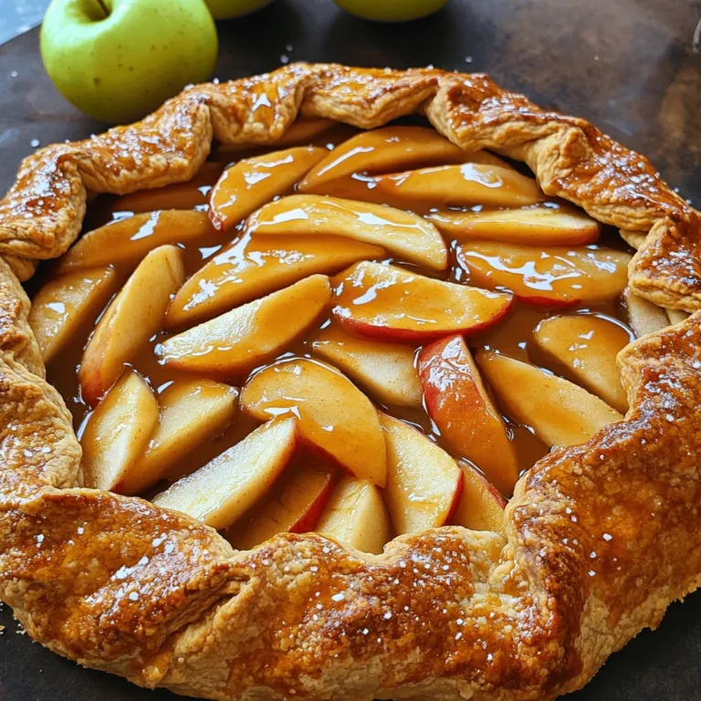 Die Hauptzutaten sind einfach und frisch. Sie brauchen: - 2 große Äpfel (z. B. Granny Smith oder Honeycrisp), geschält, entkernt und in dünne Scheiben geschnitten - 1 Esslöffel Zitronensaft - 1/2 Tasse Kristallzucker - 1/4 Tasse ungesalzene Butter - 1 Teelöffel gemahlener Zimt - 1/4 Teelöffel Muskatnuss - 1 fertiger Mürbeteig (gekauft oder selbstgemacht) - 1 Ei (für die Alibisch) - 1 Esslöffel Milch (für die Alibisch) - Meersalz zum Garnieren (optional) Diese Zutaten bringen den süßen und herzhaften Geschmack in die Galette. Wählen Sie die besten Äpfel für Ihren Geschmack. Granny Smith gibt einen tollen, sauren Kick. Honeycrisp hat eine süße, knackige Textur. Andere gute Sorten sind Fuji oder Braeburn. Mischen Sie verschiedene Sorten für mehr Tiefe im Geschmack. Sie brauchen einige einfache Werkzeuge, um die Galette zu machen. Diese sind: - Eine große Rührschüssel - Ein mittlerer Topf - Ein Nudelholz - Ein Backblech - Backpapier - Eine kleine Schüssel für die Alibisch - Ein Pinsel für die Eimilchmischung Mit diesen Hilfsmitteln wird die Zubereitung leicht. Sie haben alles, was Sie brauchen, um diese köstliche Karamellisierte Apfel-Galette zu machen! Heize deinen Ofen auf 190°C vor. Das ist wichtig, damit die Galette gleichmäßig backt. Lege ein Backblech mit Backpapier aus. So bleibt die Galette nicht kleben. Nimm zwei große Äpfel, wie Granny Smith oder Honeycrisp. Schäle sie, entkerne sie und schneide sie in dünne Scheiben. Gib die Apfelscheiben in eine Rührschüssel. Füge einen Esslöffel Zitronensaft hinzu, um die Äpfel frisch zu halten. Streue eine halbe Tasse Kristallzucker, einen Teelöffel gemahlenen Zimt und einen viertel Teelöffel Muskatnuss darüber. Mische alles gut, bis die Apfelscheiben gleichmäßig bedeckt sind. In einem mittleren Topf schmelze eine viertel Tasse ungesalzene Butter bei mittlerer Hitze. Wenn die Butter geschmolzen ist, füge die restliche halbe Tasse Kristallzucker hinzu. Rühre die Mischung, bis sie blubbert und eine helle Karamellfarbe hat. Das dauert etwa drei bis vier Minuten. Pass auf, dass das Karamell nicht verbrennt! Nimm den Topf vom Herd und gieße das Karamell sofort über die Apfelmischung. Rühre sanft, damit alle Äpfel gleichmäßig überzogen sind. Nimm einen fertigen Mürbeteig oder mache ihn selbst. Rolle den Teig auf einer leicht bemehlten Fläche zu einem groben Kreis von etwa 30 cm Durchmesser aus. Übertrage den Teig auf das Backblech. Lege die karamellisierten Apfelscheiben in die Mitte des Teigs, aber lass einen Rand von etwa fünf cm. Klappe die Ränder des Teigs über die Äpfel und forme eine rustikale Kante. Verquirle in einer kleinen Schüssel ein Ei mit einem Esslöffel Milch. Bestreiche den Teigrand mit dieser Mischung, um eine schöne goldene Farbe zu erhalten. Backe die Galette 35 bis 40 Minuten im Ofen, bis der Teig goldbraun ist und die Äpfel zart sind. Nimm die Galette aus dem Ofen und lass sie kurz abkühlen. Du kannst sie nach Belieben mit einer Prise Meersalz bestreuen. So wird der Geschmack noch intensiver! Um perfektes Karamell zu machen, sind einige Punkte wichtig. - Verwende frische Zutaten: Frische Butter und Zucker geben den besten Geschmack. - Rühre nicht zu viel: Wenn du zu oft rührst, kann das Karamell kristallisieren. - Beobachte die Farbe: Karamell sollte eine goldene Farbe erreichen, nicht braun werden. - Sei schnell: Gieße das Karamell sofort über die Äpfel, wenn es fertig ist. Ein guter Mürbeteig ist leicht und knusprig. Hier sind meine besten Tipps. - Kühle die Butter: Kalte Butter hilft, den Teig zart zu halten. - Vermeide zu viel Wasser: Füge nur so viel Wasser hinzu, wie nötig ist. - Knete nicht zu lange: Zu langes Kneten macht den Teig zäh. - Lass ihn ruhen: Lass den Teig nach dem Kneten mindestens 30 Minuten kühlen. Die Galette sieht mit ein paar Extras noch besser aus. Hier sind einige Ideen. - Vanilleeis: Eine Kugel Eis passt perfekt zur warmen Galette. - Schlagsahne: Eine leichte Sahne macht das Dessert cremiger. - Meersalz: Ein Hauch Meersalz hebt die Süße des Karamells hervor. - Frische Minze: Ein Minzzweig als Garnierung sieht hübsch aus und schmeckt frisch. {{image_4}} Du kannst die Äpfel durch Birnen oder Pfirsiche ersetzen. Diese Früchte bringen eine andere Süße. Auch Beeren wie Himbeeren oder Heidelbeeren passen gut. Mische die Früchte für mehr Geschmack. Denke daran, die Zuckermenge anzupassen. Süßere Früchte brauchen weniger Zucker. Im Herbst sind Äpfel perfekt. Im Sommer probiere frische Pfirsiche oder Beeren. Im Winter kannst du Zimtäpfel nutzen. Du kannst auch gefrorene Früchte verwenden, wenn es keine frischen gibt. Achte darauf, die Früchte vorher gut abzutropfen. So wird die Galette nicht zu feucht. Für eine glutenfreie Galette benutze glutenfreies Mehl. Es gibt viele gute Mischungen im Laden. Du kannst auch Mandelmehl verwenden. Achte darauf, die Konsistenz des Teigs zu überprüfen. Er sollte gut zusammenhalten. Füge bei Bedarf mehr Butter oder Wasser hinzu. So erhältst du einen leckeren, glutenfreien Genuss. Um die Galette frisch zu halten, lasse sie zuerst abkühlen. Lege sie dann in einen luftdichten Behälter. Achte darauf, dass der Behälter gut verschlossen ist. So bleibt der Teig knusprig. Du kannst die Galette auch in Folie wickeln. Das schützt sie vor Feuchtigkeit. Lagere sie im Kühlschrank für beste Ergebnisse. Um die Galette wieder aufzuwärmen, heize deinen Ofen auf 180°C vor. Lege die Galette auf ein Backblech. Decke sie leicht mit Alufolie ab. Dies hilft, den Rand nicht zu verbrennen. Backe sie für 10 bis 15 Minuten. So wird sie warm und knusprig. Du kannst auch einen Toaster verwenden, wenn du es eilig hast. Die Karamellisierte Apfel-Galette hält sich im Kühlschrank etwa 3 bis 4 Tage. Wenn du sie länger aufbewahren möchtest, friere sie ein. Wickele sie gut in Folie ein oder lege sie in einen Gefrierbeutel. So bleibt der Geschmack erhalten. Eine gefrorene Galette kann bis zu 3 Monate haltbar sein. Vor dem Servieren einfach im Ofen aufwärmen. Eine Galette ist ein rustikales, offenes Gebäck. Es kommt aus Frankreich und ist einfach zu machen. Der Teig wird dünn ausgerollt und mit Füllungen belegt. Die Ränder klappen wir über die Füllung. So sieht es schön aus und schmeckt toll. Ja, du kannst andere Früchte verwenden. Birnen, Pflaumen oder Kirschen passen gut. Achte darauf, die Früchte ähnlich zu schneiden. Sie sollten auch eine ähnliche Konsistenz haben. So bleibt die Galette lecker und saftig. Ja, du kannst die Galette im Voraus machen. Bereite den Teig und die Füllung separat vor. Du kannst die Galette bis zu einem Tag im Kühlschrank lagern. Backe sie dann frisch, wenn du sie servieren möchtest. So bleibt sie knusprig. Um das Karamell zu verbessern, benutze gute Butter. Achte darauf, dass der Zucker gleichmäßig schmilzt. Rühre ständig, damit es nicht anbrennt. Du kannst auch eine Prise Meersalz hinzufügen. Das verstärkt den Geschmack und macht es noch besser. Eine karamellisierte Apfel-Galette ist ein einfacher, aber leckerer Genuss. Wir haben die Hauptzutaten, passende Äpfel und das nötige Utensil besprochen. Die Schritt-für-Schritt-Anleitung macht es leicht, diese Leckerei selbst zuzubereiten. Beachte die Tipps für perfektes Karamell und Mürbeteig. Variationen und Lagerhinweise bieten dir kreative Ideen. Experimentiere mit verschiedenen Früchten und verbessere dein Karamell. Du kannst die Galette auch vorbereiten und genießen. Viel Spaß beim Backen und Teilen!