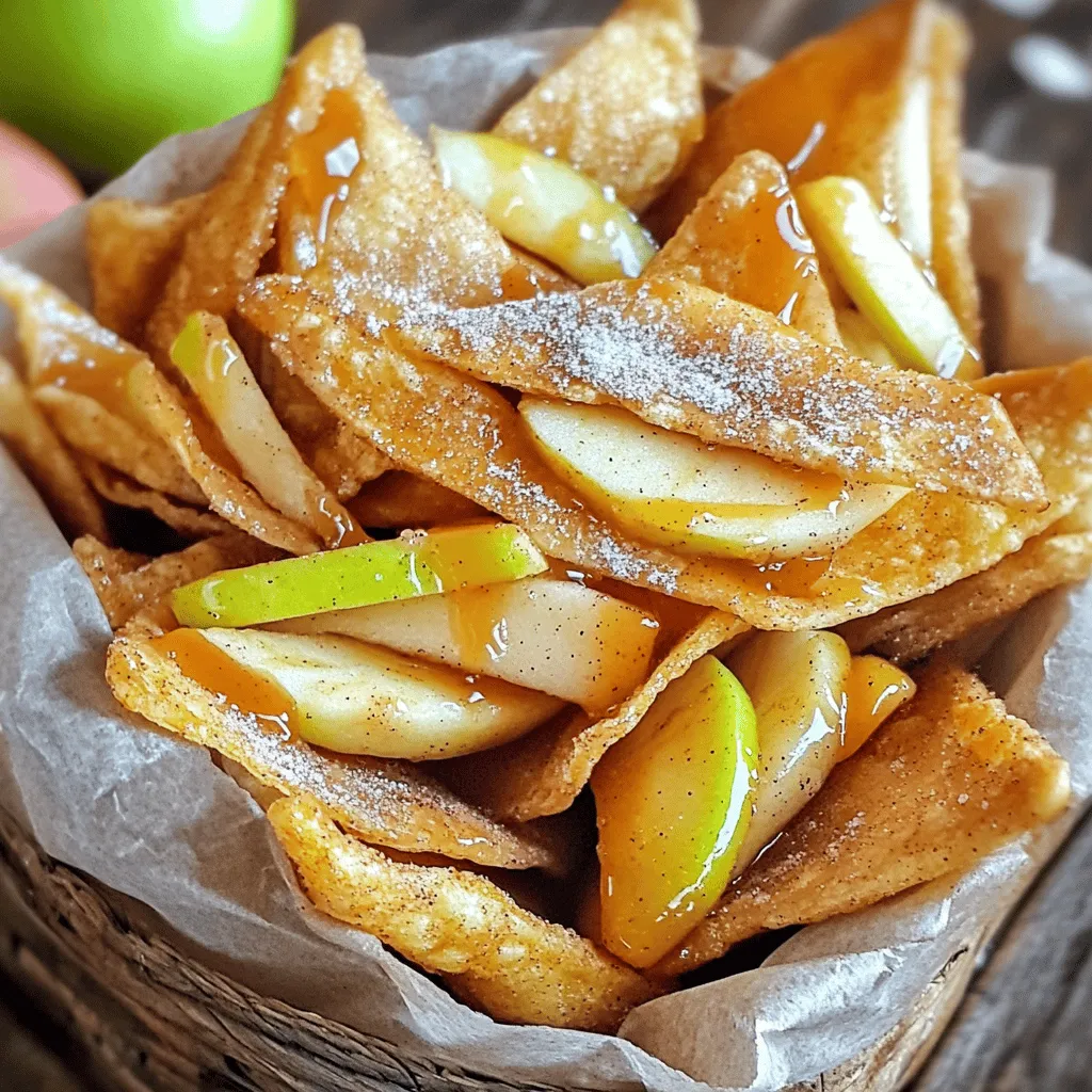 - 2 große Tortillas aus Weizenmehl - 2 mittelgroße Äpfel (Granny Smith oder Honeycrisp) - 2 Esslöffel brauner Zucker - 1 Teelöffel gemahlener Zimt - 1 Esslöffel Zitronensaft - 1 Esslöffel geschmolzene Butter - 1/2 Tasse Kristallzucker - 1/4 Teelöffel Salz - Karamellsauce (optional) Die Zutaten sind einfach zu finden. Ich empfehle, Granny Smith Äpfel zu wählen. Sie sind säuerlich und passen gut zu dem süßen Zimt. Honeycrisp sind auch toll, weil sie süß und knackig sind. Die Tortillas sind die Basis für diese Snacks. Wähle große, weiche Tortillas, damit sie gut gefüllt werden können. Der braune Zucker verleiht den Äpfeln eine tolle Karamellnote. Zimt bringt das ganze Gericht auf ein neues Level. Zitronensaft sorgt dafür, dass die Äpfel frisch bleiben und nicht braun werden. Die geschmolzene Butter hilft, die Tortillas goldbraun und knusprig zu machen. Kristallzucker und Salz sorgen für die perfekte süße und salzige Balance. Karamellsauce ist optional, aber sie macht die Pommes noch leckerer. Mit diesen Zutaten bereitest du einen wirklich köstlichen Snack zu. Sie sind perfekt für einen Filmabend oder als süße Belohnung. - Heize deinen Ofen auf 200°C (400°F) vor. - Lege ein Backblech mit Backpapier aus. - Schneide die Äpfel in dünne Scheiben. - Mische die Äpfel mit braunem Zucker, Zimt und Zitronensaft. - Rühre gut, bis alle Apfelstücke gleichmäßig bedeckt sind. - Lege die Tortillas auf eine saubere Fläche. - Bestreiche eine Seite jeder Tortilla mit geschmolzener Butter. - Teile die Apfelmischung gleichmäßig auf die unbutterte Seite der Tortillas. - Klappe die Tortillas über die Füllung und drücke leicht, um sie zu verschließen. - Bestreiche die Oberseite der gefalteten Tortillas mit der restlichen Butter. - Mische Kristallzucker und Salz in einer Schüssel. - Bestreue die Butterseiten der Tortillas mit dieser Mischung. - Schneide die Tortillas in Streifen, etwa 2,5 cm breit. - Lege die Streifen auf das Backblech. - Backe die Pommes 15-18 Minuten, bis sie goldbraun sind. - Lass die Pommes kurz abkühlen, bevor du sie servierst. - Beträufle die warmen Pommes nach Wunsch mit Karamellsauce. Granny Smith und Honeycrisp sind zwei beliebte Äpfel. Granny Smith sind grün und sauer. Sie geben einen tollen Kontrast zu süßen Füllungen. Honeycrisp sind süß und knackig. Sie sind perfekt für eine zarte Textur. Beide Sorten halten beim Backen gut ihre Form. Wähle je nach Geschmack die Sorte, die dir besser gefällt. Die Backzeit für die Pommes ist entscheidend. Heize deinen Ofen auf 200°C vor. Backe die Pommes für 15 bis 18 Minuten. Sie sollten goldbraun und knusprig sein. Achte darauf, sie nicht zu lange zu backen. Sonst werden sie zu hart. Überprüfe während des Backens die Farbe. So stellst du sicher, dass sie perfekt werden. Die Präsentation macht viel aus. Serviere die Pommes in einem kleinen Korb. Das sieht charmant aus. Füge eine kleine Schüssel Karamellsauce hinzu. So kann jeder dippen, wie er möchte. Garniere die Pommes mit Zimt und Apfelscheiben. Das sieht nicht nur gut aus, sondern schmeckt auch köstlich. {{image_4}} Du kannst viele andere Früchte in diesen Pommes ausprobieren. Zum Beispiel passen Birnen gut. Sie geben eine schöne Süße. Auch Pfirsiche oder Kirschen sind lecker. Schneide das Obst in kleine Stücke. So wird es gut in die Tortillas passen. Experimentiere mit verschiedenen Obstsorten. Finde deinen persönlichen Favoriten. Du kannst die Gewürze auch variieren. Füge etwas Muskatnuss hinzu für mehr Tiefe. Eine Prise Ingwer gibt ein tolles Aroma. Wenn du es scharf magst, probiere etwas Cayennepfeffer. Diese Gewürze heben den Geschmack der Äpfel. Sei kreativ und finde neue Kombinationen. So wird jede Portion einzigartig. Wenn du glutenfrei isst, gibt es tolle Alternativen. Nutze glutenfreie Tortillas. Diese sind in vielen Geschäften erhältlich. Sie schmecken ähnlich und halten die Füllung gut. Die Zubereitung bleibt gleich. So kannst du die Pommes ohne Bedenken genießen. Glutenfreie Tortillas sind eine einfache Lösung. Um die Pommes frisch zu halten, lege sie in einen luftdichten Behälter. Du kannst die Pommes auch in Alufolie wickeln, um sie vor dem Austrocknen zu schützen. Lagere sie im Kühlschrank, wenn du sie nicht sofort isst. Sie bleiben so bis zu drei Tage lang gut. Wenn du die Pommes länger aufbewahren möchtest, friere sie ein. In einem gefrierfesten Behälter sind sie bis zu zwei Monate haltbar. Achte darauf, die Pommes gut abzukühlen, bevor du sie in den Kühlschrank oder ins Gefrierfach gibst. Um die Pommes wieder warm und knusprig zu machen, heize deinen Ofen auf 180°C (350°F) vor. Lege die Pommes auf ein Backblech und backe sie etwa 5-10 Minuten. So werden sie schön knusprig. Du kannst sie auch in einer Pfanne auf dem Herd aufwärmen. Erhitze etwas Butter oder Öl und brate die Pommes für ein paar Minuten. So bleiben sie lecker und frisch. Vermeide die Mikrowelle, da sie die Pommes weich machen kann. Die Apfel-Pie-Pommes ergeben 2 bis 4 Portionen. Die Menge hängt von deinem Hunger ab! Wenn du sie als Snack servierst, kannst du 4 Portionen daraus machen. Wenn sie als Dessert dienen, reichen 2 Portionen. Diese Pommes sind perfekt für kleine Zusammenkünfte oder Familienabende. Ja, du kannst die Pommes im Voraus zubereiten. Bereite die Apfelmischung und die Tortillas vor. Bewahre die gefüllten Tortillas im Kühlschrank auf. Backe sie erst kurz vor dem Servieren. So bleiben sie frisch und knusprig. Du kannst sie auch am nächsten Tag aufwärmen, aber frisch gebacken schmecken sie am besten. Die besten Dips sind Karamellsauce und Vanilleeis. Diese süßen Dips ergänzen die Zimt-Zucker-Pommes perfekt. Du kannst auch Schokoladensauce oder Sahne probieren. Ein Joghurt-Dip mit Honig passt auch gut! Diese Anleitung zeigt, wie du leckere Apfel-Pie-Pommes machst. Wir haben die nötigen Zutaten aufgelistet und alle Schritte erklärt. Du weißt jetzt, wie du die Äpfel wählst und die Tortillas füllst. Achte auf die Backzeit für das beste Ergebnis. Nutze meine Tipps für Variationen und die richtige Lagerung. Egal ob du sie heiß servierst oder aufbewahrst, diese Pommes werden gut ankommen. Probiere es aus und genieße jeden Bissen!