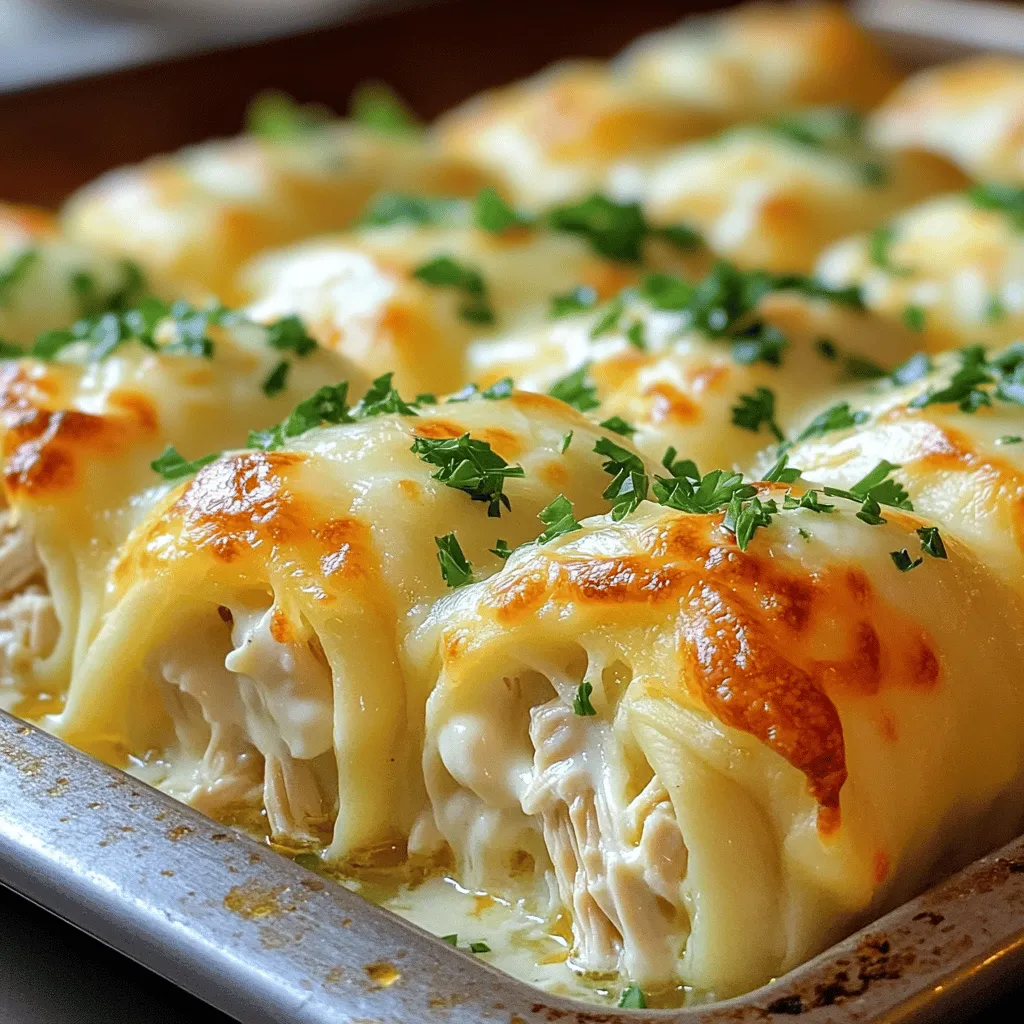 Für die Chicken Alfredo Roll Ups brauchst du folgende Zutaten: - 2 Tassen gekochtes und zerkleinertes Hähnchenfleisch - 1 Tasse Ricotta-Käse - 1 Tasse geriebener Mozzarella-Käse - 1/2 Tasse geriebener Parmesan-Käse - 2 Tassen Alfredo-Sauce - 8 große Tortillas (Mehl- oder Vollkorn) - 1/2 Teelöffel Knoblauchpulver - 1/2 Teelöffel italienische Gewürzmischung - Salz und Pfeffer nach Geschmack - Frisch gehackte Petersilie zur Garnierung Die Mengen sind für 4-6 Portionen gedacht. Du kannst die Menge nach Bedarf anpassen. Wenn du weniger Hähnchen willst, nimm einfach eine Tasse weniger. Für eine leichtere Variante kannst du auch fettarmen Ricotta verwenden. Du kannst die Tortillas durch Zucchini-Scheiben ersetzen, wenn du glutenfrei essen möchtest. Achte beim Einkauf auf frische Produkte. Das Hähnchen sollte frisch gekocht und gut gewürzt sein. Verwende frischen Ricotta, damit der Geschmack besser zur Geltung kommt. Frisch geriebener Käse schmilzt besser und hat mehr Geschmack als der vorgeriebene Käse aus dem Paket. Frische Petersilie verleiht dem Gericht eine schöne Farbe und Frische. Zuerst sammeln wir alle Zutaten. Du brauchst: - 2 Tassen gekochtes und zerkleinertes Hähnchenfleisch - 1 Tasse Ricotta-Käse - 1 Tasse geriebener Mozzarella-Käse - 1/2 Tasse geriebener Parmesan-Käse - 2 Tassen Alfredo-Sauce - 8 große Tortillas (Mehl- oder Vollkorn) - 1/2 Teelöffel Knoblauchpulver - 1/2 Teelöffel italienische Gewürzmischung - Salz und Pfeffer nach Geschmack - Frisch gehackte Petersilie zur Garnierung Heize deinen Ofen auf 175°C vor. Bereite ein gefettetes Auflaufgericht vor, um die Roll-Ups später zu backen. In einer großen Rührschüssel vermengst du das zerkleinerte Hähnchenfleisch, den Ricotta-Käse, die Hälfte des geriebenen Mozzarella-Käses, das Knoblauchpulver, die italienische Gewürzmischung sowie Salz und Pfeffer. Rühre alle Zutaten gut um, bis sie gleichmäßig vermischt sind. Dieser Mix ist der Hauptgeschmacksträger für die Roll-Ups. Nimm eine Tortilla und verteile eine kleine Menge Alfredo-Sauce gleichmäßig darauf. Lege eine großzügige Portion der Hühnermischung in die Mitte der Tortilla. Rolle die Tortilla fest um die Füllung, sodass sie gut umschlossen ist. Lege die Rolle mit der Nahtseite nach unten in das vorbereitete Auflaufgericht. Wiederhole diesen Schritt mit den verbleibenden Tortillas. Nachdem alle Roll-Ups im Gericht sind, gieße die restliche Alfredo-Sauce gleichmäßig darüber. Streue den restlichen geriebenen Mozzarella-Käse und den Parmesan-Käse gleichmäßig darüber. Backe das Gericht im Ofen für 25-30 Minuten, bis der Käse geschmolzen und goldbraun ist. Lass es ein paar Minuten abkühlen und garniere es mit frisch gehackter Petersilie. Ein häufiger Fehler ist, zu viel Füllung in die Tortilla zu geben. Das kann das Rollen schwer machen. Ein weiterer Fehler ist, die Tortillas nicht richtig zu erwärmen. Kalte Tortillas brechen leicht. Erwärmen Sie sie kurz in der Mikrowelle, um sie flexibler zu machen. Aber achten Sie darauf, sie nicht zu lange zu erhitzen. Die Konsistenz der Alfredo-Sauce ist wichtig. Sie sollte cremig, aber nicht zu dick sein. Um dies zu erreichen, können Sie etwas Milch oder Brühe hinzufügen. Bevor Sie die Sauce verwenden, probieren Sie sie. Fügen Sie nach Geschmack mehr Salz oder Pfeffer hinzu. Dies gibt der Sauce mehr Tiefe. Die Präsentation zählt! Streuen Sie frisch gehackte Petersilie über die Roll-Ups, bevor Sie sie servieren. Das gibt einen schönen Farbkontrast. Sie können auch etwas zusätzlichen Käse darüber streuen. Ein Spritzer Zitronensaft bringt frischen Geschmack. Servieren Sie die Roll-Ups auf einem großen Teller mit einem grünen Salat dazu. Das sieht toll aus und schmeckt lecker! {{image_4}} Wenn Sie eine vegetarische Option möchten, ersetzen Sie das Hähnchen. Verwenden Sie stattdessen gebratene Pilze oder Spinat. Diese Zutaten geben dem Gericht einen tollen Geschmack und eine schöne Textur. Fügen Sie etwas mehr Ricotta-Käse hinzu, um die Füllung cremiger zu machen. Sie können auch geröstete Paprika oder Zucchini verwenden, um mehr Gemüse in die Roll-Ups zu bringen. Diese Variationen sind einfach und lecker. Käse spielt eine große Rolle in diesen Roll-Ups. Sie können verschiedene Käsesorten ausprobieren. Versuchen Sie Feta oder Gouda für einen anderen Geschmack. Diese Käsesorten bieten eine neue Geschmacksrichtung. Wenn Sie es würziger mögen, verwenden Sie scharfen Cheddar. Mischen Sie verschiedene Käsesorten, um eine interessante Kombination zu schaffen. Denken Sie daran, die Menge entsprechend anzupassen, damit die Füllung nicht zu trocken wird. Die Gewürze machen einen großen Unterschied. Sie können die italienische Gewürzmischung ersetzen. Versuchen Sie zum Beispiel Paprika oder Kreuzkümmel für einen anderen Geschmack. Wenn Sie es scharf mögen, fügen Sie etwas Cayennepfeffer hinzu. Für einen frischen Geschmack verwenden Sie frische Kräuter wie Basilikum oder Thymian. Diese kleinen Änderungen können das gesamte Gericht aufpeppen. Experimentieren Sie mit Gewürzen, um Ihre eigene Version zu kreieren. Um die Chicken Alfredo Roll-Ups frisch zu halten, legen Sie sie in einen luftdichten Behälter. Sie können auch Frischhaltefolie verwenden. Stellen Sie sicher, dass die Roll-Ups gut abgedeckt sind. So bleibt der Geschmack erhalten und die Roll-Ups trocknen nicht aus. Zum Aufwärmen können Sie die Roll-Ups in der Mikrowelle oder im Ofen aufwärmen. Im Ofen heizen Sie ihn auf 175°C vor. Legen Sie die Roll-Ups in eine Auflaufform. Bedecken Sie sie mit etwas Aluminiumfolie und backen Sie sie 10-15 Minuten lang. In der Mikrowelle erhitzen Sie die Roll-Ups für 1-2 Minuten. Überprüfen Sie die Temperatur, bevor Sie sie essen. Im Kühlschrank halten die Chicken Alfredo Roll-Ups etwa 3-4 Tage. Wenn Sie sie länger aufbewahren möchten, frieren Sie sie ein. Im Gefrierschrank bleiben sie bis zu 3 Monate frisch. Achten Sie darauf, sie gut einzupacken, damit sie nicht gefrieren. Chicken Alfredo Roll Ups sind köstliche Tortilla-Rollen. Sie sind gefüllt mit Hähnchen und Käse. Diese Roll-Ups sind in einer cremigen Alfredo-Sauce gebacken. Es ist ein einfaches Gericht, das jeder mag. Ideal für ein schnelles Abendessen oder eine Party. Ja, du kannst die Roll-Ups im Voraus zubereiten. Bereite die Rollen einfach vor und stelle sie in den Kühlschrank. Du kannst sie bis zu einem Tag vorher machen. Backe sie dann, kurz bevor du sie servierst. So sparst du Zeit und kannst die Gäste beeindrucken. Eine Portion Chicken Alfredo Roll Ups hat etwa 450 bis 500 Kalorien. Dies hängt von den Zutaten ab. Wenn du fettarme Käse oder weniger Sauce verwendest, kannst du die Kalorien reduzieren. Es ist wichtig, die Mengen im Blick zu behalten, wenn du auf die Kalorien achtest. In diesem Artikel haben wir die Zutaten, die Zubereitung und die besten Tipps für Chicken Alfredo Roll-Ups behandelt. Wir haben auch Variationen und Lagerhinweise besprochen. Diese Roll-Ups sind leicht zuzubereiten und lecker. Nutzen Sie frische Zutaten für den besten Geschmack. Experimentieren Sie mit verschiedenen Käsesorten und Gewürzen, um Ihr Gericht zu verbessern. Folgen Sie unseren Tipps, um Fehler zu vermeiden. So gelingt Ihnen ein wahrer Genuss, den jeder mag. Viel Spaß beim Kochen und Ausprobieren!