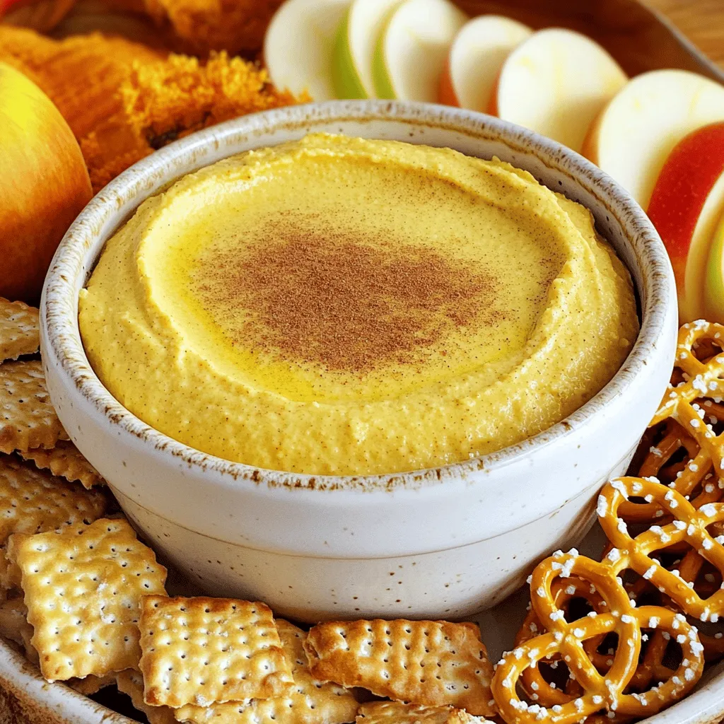 Für diesen leckeren Dip brauchst du einige einfache Zutaten. Hier sind die Hauptzutaten: - 225 g Frischkäse, weich (mindestens Zimmertemperatur) - 240 g Kürbispüree (nicht Kürbiskuchenfüllung) - 60 g Puderzucker - 1/2 Teelöffel Vanilleextrakt - 1 Teelöffel Kürbiskuchengewürz - 1/4 Teelöffel gemahlener Zimt - 240 g Schlagsahne (zum Beispiel Cool Whip) Diese Zutaten sind wichtig, um die cremige und süße Basis für den Dip zu schaffen. Der Frischkäse gibt die Struktur, während das Kürbispüree einen tollen Geschmack und die schöne Farbe bringt. Zusätzlich zum Dip selbst, solltest du auch einige leckere Dinge zum Dippen bereitstellen. Hier sind meine Vorschläge: - Graham-Cracker - Frisch geschnittene Apfelscheiben - Knusprige Brezeln Diese Zutaten machen jede Portion besonders. Die Süße der Äpfel und die Knusprigkeit der Brezeln ergänzen den Dip perfekt. Achte darauf, dass dein Frischkäse weich ist. So lässt er sich leichter verrühren. Das Kürbispüree sollte rein sein, ohne Zucker oder Gewürze. Dadurch hast du mehr Kontrolle über den Geschmack. Wenn du den Dip süßer magst, kannst du mehr Puderzucker hinzufügen. Probiere einfach aus, was dir am besten schmeckt. Du kannst auch mit den Gewürzen spielen. Vielleicht ein bisschen mehr Zimt oder Muskatnuss, wenn du magst. Der Dip ist einfach zuzubereiten und bringt viel Freude. Lass deiner Kreativität freien Lauf und genieße jeden Biss! Zuerst brauchen wir alle Zutaten. Du musst Folgendes bereitstellen: - 225 g Frischkäse, weich - 240 g Kürbispüree - 60 g Puderzucker - 1/2 Teelöffel Vanilleextrakt - 1 Teelöffel Kürbiskuchengewürz - 1/4 Teelöffel gemahlener Zimt - 240 g Schlagsahne - Graham-Cracker, Apfelscheiben und Brezeln Stelle auch eine große Rührschüssel und einen elektrischen Mixer bereit. Lass den Frischkäse vorher weich werden. So wird er leichter zu mixen. Jetzt geht es los! Nimm die Rührschüssel und gib den weichen Frischkäse hinein. - Rühre den Frischkäse mit dem Mixer glatt. - Füge das Kürbispüree hinzu. Rühre weiter, bis alles gut vermischt ist. Jetzt kommen die weiteren Zutaten. - Gib den Puderzucker, Vanilleextrakt, Kürbiskuchengewürz und Zimt nach und nach hinzu. - Mische alles gut durch, bis die Mischung cremig ist. Die Schlagsahne ist der letzte Schritt. - Hebe sie vorsichtig unter die Kürbismischung. - Achte darauf, keine Streifen zu sehen. Jetzt ist der Dip fast fertig! - Fülle ihn in eine Servierschüssel. - Glätte die Oberfläche mit einem Spatel. Ein kleiner Trick: Streue etwas Zimt oder Kürbiskuchengewürz obenauf. Das sieht schön aus! Jetzt lass den Dip für mindestens 30 Minuten im Kühlschrank. So entfalten sich die Aromen richtig gut. Du kannst ihn dann mit Graham-Crackern, Apfelscheiben und Brezeln servieren. Das macht deinen Snack besonders lecker! Um die beste Konsistenz für deinen Kürbis-Cheesecake-Dip zu erreichen, achte auf folgende Punkte: - Frischkäse: Stelle sicher, dass der Frischkäse weich ist. Lass ihn vorher auf Zimmertemperatur kommen. So vermischt er sich leichter. - Schlagsahne: Verwende kühle Schlagsahne. Diese gibt dem Dip eine luftige Textur. Hebe sie vorsichtig unter, damit sie nicht zusammenfällt. - Mixen: Mixe die Zutaten ausreichend, aber nicht zu lange. So bleibt der Dip cremig und leicht. Hier sind einige häufige Fehler und Tipps, wie du sie vermeidest: - Klumpen im Dip: Wenn der Frischkäse nicht weich genug ist, entstehen Klumpen. Achte darauf, ihn gut zu mixen, bis er ganz glatt ist. - Zu süß oder zu wenig süß: Probiere den Dip während der Zubereitung. So kannst du den Puderzucker nach deinem Geschmack anpassen. - Nicht genug Kühlung: Lasse den Dip mindestens 30 Minuten im Kühlschrank. Dadurch entfalten sich die Aromen besser. Um deinen Dip besonders zu präsentieren, probiere diese Ideen: - Anrichten: Verwende ein schönes Holzbrett. Stelle den Dip in die Mitte und lege die Dips dazu. - Dips: Biete eine Auswahl an Graham-Crackern, Apfelstücken und Brezeln an. So hat jeder etwas zum Eintauchen. - Dekoration: Bestreue den Dip mit etwas Zimt oder Kürbiskuchengewürz. Das sieht toll aus und gibt extra Geschmack. {{image_4}} Wenn Sie eine vegane oder laktosefreie Version machen möchten, ist das leicht. Verwenden Sie einfach veganen Frischkäse. Es gibt viele Marken, die einen tollen Geschmack bieten. Anstelle von Schlagsahne können Sie Kokoscreme oder eine pflanzliche Sahne verwenden. Diese Produkte machen den Dip cremig und lecker. So können auch alle Veganer und Laktoseintoleranten den Dip genießen. Möchten Sie den Geschmack Ihres Kürbis-Cheesecake-Dips aufpeppen? Fügen Sie gehackte Nüsse hinzu. Walnüsse oder Pekannüsse passen gut. Sie bringen einen schönen Crunch und zusätzlichen Geschmack. Schokoladenstückchen sind ebenfalls eine tolle Wahl. Sie geben dem Dip eine süße Note. Probieren Sie auch getrocknete Früchte. Rosinen oder Cranberries sind eine gute Ergänzung. Diese Variationen machen den Dip noch interessanter. Im Herbst können Sie mit saisonalen Zutaten arbeiten. Fügen Sie Apfelstückchen oder karamellisierte Äpfel hinzu. Sie bringen eine fruchtige Frische in den Dip. Auch geriebene Orangenschale passt gut. Sie sorgt für einen frischen, zitrusartigen Kick. Für einen würzigen Touch können Sie eine Prise Muskatnuss hinzufügen. Diese saisonalen Ergänzungen machen Ihren Dip besonders lecker und festlich. Bewahren Sie den Kürbis-Cheesecake-Dip in einem luftdichten Behälter auf. Stellen Sie ihn in den Kühlschrank. Die kühle Temperatur hält den Dip frisch und lecker. Vermeiden Sie es, den Dip häufig aus dem Kühlschrank zu nehmen. So bleibt er länger gut. Der Dip hält sich im Kühlschrank etwa 3 bis 5 Tage. Achten Sie darauf, ihn gut abzudecken. Wenn Sie Anzeichen von Schimmel oder schlechten Geruch bemerken, entsorgen Sie ihn sofort. Sicherheit geht vor, auch bei so einem leckeren Dip. Um den Dip wieder zu verwenden, probieren Sie ihn zuerst kalt. Er schmeckt sehr gut so. Wenn Sie ihn lieber warm genießen möchten, erwärmen Sie ihn vorsichtig in der Mikrowelle. Stellen Sie sicher, dass er nicht zu heiß wird. Rühren Sie ihn gut um, damit die Wärme gleichmäßig verteilt wird. Genießen Sie den Dip mit frischen Apfelscheiben oder knusprigen Brezeln. Um den Dip süßer zu machen, füge mehr Puderzucker hinzu. Du kannst auch Honig oder Ahornsirup verwenden. Diese süßen Zutaten geben dem Dip einen besonderen Geschmack. Probiere ein paar Esslöffel und schmecke den Dip ab. Du kannst den Süßungsgrad nach deinem Geschmack anpassen. Ja, du kannst anderes Gemüse verwenden. Süßkartoffeln passen gut dazu. Auch Karotten können eine interessante Note geben. Achte darauf, dass das Gemüse weich ist. Püriere es gut, um eine cremige Konsistenz zu erreichen. Dies sorgt dafür, dass der Dip gleichmäßig bleibt. Der Dip enthält Frischkäse und Schlagsahne, die Milchprodukte sind. Für Menschen mit Milchallergien ist dieser Dip nicht geeignet. Du kannst jedoch eine laktosefreie Variante des Frischkäses nutzen. Achte auch darauf, glutenfreie Graham-Cracker zu verwenden. So können mehr Menschen den Dip genießen. Dieser Blogbeitrag hat alles zu einem leckeren Kürbis-Cheesecake-Dip abgedeckt. Wir haben die Zutaten, die Zubereitung und hilfreiche Tipps besprochen. Denke daran, die perfekten Konsistenzen zu erreichen und Fehler zu vermeiden. Es gibt viele Varianten, um den Dip zu verfeinern. Achte auch auf die Lagerung, damit der Dip frisch bleibt. Experimentiere und genieße diese köstliche Köstlichkeit zu besonderen Anlässen oder einfach zum Naschen zwischendurch.