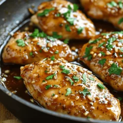 Für dieses einfache Gericht benötigen Sie diese Hauptzutaten: - 4 Hähnchenbrustfilets, ohne Knochen und Haut - 60 ml Honig - 60 ml Sojasauce - 4 Knoblauchzehen, fein gehackt - 1 Esslöffel Olivenöl - 1 Esslöffel Apfelessig - 1 Teelöffel geriebener Ingwer - 1/2 Teelöffel schwarzer Pfeffer - 1/4 Teelöffel rote Pfefferflocken (optional) - Frische Petersilie, gehackt (zur Garnierung) - Salz nach Geschmack Diese Zutaten sind einfach zu finden und machen das Gericht schmackhaft. Für den Geschmack verwenden wir einige interessante Gewürze: - Knoblauch sorgt für einen kräftigen Geschmack. - Ingwer bringt eine frische Note ins Gericht. - Olivenöl fügt gesunde Fette hinzu. Optional können Sie rote Pfefferflocken verwenden. Sie geben dem Hähnchen eine leichte Schärfe. Wenn Sie keine bestimmte Zutat haben, gibt es Alternativen: - Verwenden Sie Honigersatz wie Agavendicksaft oder Ahornsirup. - Statt Sojasauce können Sie Tamari oder Kokosaminos nutzen. - Wenn Sie keinen frischen Ingwer haben, verwenden Sie Ingwerpulver. Mit diesen Alternativen bleibt das Rezept lecker und einfach. Zuerst müssen Sie alle Zutaten bereitstellen. Sie brauchen: - 4 Hähnchenbrustfilets, ohne Knochen und Haut - 60 ml Honig - 60 ml Sojasauce - 4 Knoblauchzehen, fein gehackt - 1 Esslöffel Olivenöl - 1 Esslöffel Apfelessig - 1 Teelöffel geriebener Ingwer - 1/2 Teelöffel schwarzer Pfeffer - 1/4 Teelöffel rote Pfefferflocken (optional) - Frische Petersilie, gehackt (zur Garnierung) - Salz nach Geschmack Mischen Sie die flüssigen Zutaten in einer Schüssel. Fügen Sie den gehackten Knoblauch, Ingwer und die Gewürze hinzu. Rühren Sie gut um, bis alles gleichmäßig vermischt ist. Heizen Sie Ihre Pfanne bei mittlerer Hitze vor. Geben Sie etwas Olivenöl hinein. Wenn das Öl heiß ist, legen Sie die Hähnchenbrustfilets in die Pfanne. Braten Sie sie etwa 2-3 Minuten pro Seite an. Sie sollen goldbraun werden. Dies gibt dem Hähnchen eine schöne Farbe und einen tollen Geschmack. Gießen Sie die zuvor gemischte Honig-Knoblauch-Sauce über das Hähnchen. Achten Sie darauf, dass jedes Stück gut bedeckt ist. Dies sorgt für viel Geschmack. Jetzt heizen Sie den Ofen auf 190°C (375°F) vor. Stellen Sie die Pfanne mit dem Hähnchen in den Ofen. Backen Sie das Hähnchen für 20-25 Minuten. Überprüfen Sie die Innentemperatur. Sie sollte mindestens 75°C (165°F) betragen. Während des Backens können Sie das Hähnchen einmal mit der Sauce bestreichen. Das fügt zusätzlichen Geschmack hinzu. Nach dem Backen nehmen Sie die Pfanne aus dem Ofen. Lassen Sie das Hähnchen 5 Minuten ruhen. Schneiden Sie es dann in Scheiben und träufeln Sie die Sauce darüber. Garnieren Sie mit frisch gehackter Petersilie für mehr Farbe und Frische. Um zartes Hähnchen zu bekommen, marinieren Sie es. Nutzen Sie die Honig-Knoblauch-Sauce als Marinade. Lassen Sie das Hähnchen mindestens 30 Minuten einweichen. So wird der Geschmack intensiv und das Fleisch saftig. Achten Sie auch darauf, das Hähnchen nicht zu lange zu braten. Zwei bis drei Minuten pro Seite reichen aus. Überbacken Sie es dann im Ofen bei 190°C. So bleibt das Hähnchen zart und saftig. Die Sauce ist der Schlüssel zu diesem Gericht. Sie besteht aus Honig, Sojasauce und Knoblauch. Diese Mischung sorgt für eine perfekte Balance aus süß und salzig. Fügen Sie frischen Ingwer hinzu, um mehr Tiefe zu geben. Wenn Sie es scharf mögen, nutzen Sie rote Pfefferflocken. Um den Geschmack zu verstärken, gießen Sie die Sauce während des Backens über das Hähnchen. So bleibt es aromatisch und lecker. Das Anrichten ist einfach und macht viel her. Schneiden Sie das Hähnchen in Scheiben und legen Sie es auf einen Teller. Träufeln Sie die restliche Sauce darüber. Garnieren Sie das Gericht mit frisch gehackter Petersilie. Diese sorgt für einen schönen Kontrast und frische Aromen. Servieren Sie das Hähnchen mit Reis oder Gemüse. So haben Sie ein vollständiges und schmackhaftes Essen. {{image_4}} Du kannst das Rezept leicht anpassen. Füge einfach Gemüse hinzu. Brokkoli oder Paprika passen gut. Das Gemüse macht das Gericht bunter und gesünder. Schneide das Gemüse in kleine Stücke. Lege es zusammen mit dem Hähnchen in die Pfanne. Das Gemüse wird zart und nimmt die Aromen der Sauce auf. So hast du eine komplette Mahlzeit in einer Pfanne. Das Rezept ist sehr flexibel. Du kannst die Gewürze nach deinem Geschmack ändern. Probiere zusätzliches Chili für mehr Schärfe. Ein Spritzer Limettensaft gibt Frische. Wenn du etwas Süßes magst, füge mehr Honig hinzu. Für einen asiatischen Touch kannst du Sesamöl verwenden. Das gibt einen tollen Geschmack. Experimentiere und finde deine Lieblingskombination. Wenn du keine Sojasauce magst, gibt es Alternativen. Tamari ist eine glutenfreie Option. Kokosnussaminos sind auch gut, sie sind süß und salzig. Du kannst auch Teriyaki-Sauce verwenden für einen anderen Geschmack. Diese Alternativen sind einfach erhältlich. Sie passen gut zu dem Honig und Knoblauch. So bleibt das Rezept lecker und anpassbar. Um die Reste von deinem One-Pan Honig-Knoblauch-Hühnchen gut aufzubewahren, lege sie in einen luftdichten Behälter. Achte darauf, die Hähnchenbrust und die Sauce zusammen zu lagern. So bleibt der Geschmack frisch. Lass das Gericht zuerst auf Raumtemperatur abkühlen, bevor du es in den Kühlschrank stellst. Wenn du das Hähnchen aufwärmen möchtest, nutze den Ofen oder die Mikrowelle. Im Ofen erhitzt du es bei 180°C für etwa 10-15 Minuten. So bleibt das Hähnchen saftig. In der Mikrowelle erwärmst du es bei mittlerer Hitze für 2-3 Minuten. Überprüfe zwischendurch, damit es nicht austrocknet. Das aufbewahrte Hähnchen hält sich im Kühlschrank etwa 3-4 Tage. Achte darauf, das Gericht gut zu lagern. Wenn du es länger aufbewahren möchtest, kannst du es auch einfrieren. Im Gefrierfach hält es bis zu 3 Monate. Denke daran, das Hähnchen vor dem Einfrieren in Portionen zu teilen. So ist es einfacher zu verwenden. Man backt das Hähnchen für 20-25 Minuten. Die Innentemperatur sollte 75°C erreichen. So bleibt das Hähnchen saftig und zart. Ich empfehle, die Stücke während des Garens mit der Sauce zu bestreichen. Das sorgt für mehr Geschmack. Ja, du kannst dieses Rezept im Voraus zubereiten. Mariniere die Hähnchenbrust in der Sauce und lasse sie einige Stunden im Kühlschrank. Du kannst auch die Sauce vorbereiten. So sparst du Zeit beim Kochen. Wenn du bereit bist zu essen, brate das Hähnchen einfach an und backe es im Ofen. Das Gericht passt gut zu Reis oder Quinoa. Auch gedünstetes Gemüse ist eine tolle Beilage. Ein frischer Salat bringt schöne Farben und Frische. Du kannst auch etwas Brot dazu reichen, um die köstliche Sauce aufzutunken. In diesem Blogbeitrag haben wir die besten Zutaten und die Schritt-für-Schritt-Anleitung für ein leckeres Honig-Knoblauch-Hühnchenbesprochen. Sie wissen jetzt, wie man das Hähnchen zart macht und perfekte Soßen zubereitet. Variationen mit Gemüse und Gewürzen geben Ihnen viele Optionen. Denken Sie daran, Reste richtig zu lagern, damit Sie lange Freude daran haben. Kochen soll Spaß machen und einfach sein. Ich hoffe, Sie probieren dieses Rezept aus und genießen jedes Bisschen!