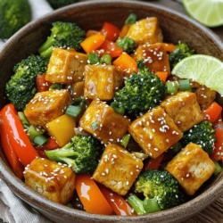 - 1 Block (400 g) fester Tofu, gepresst und gewürfelt - 1 Paprika, in Streifen geschnitten (beliebige Farbe) - 1 Tasse Brokkoliröschen - 1 Karotte, dünn geschnitten - 3 Esslöffel Sojasauce (oder Tamari für glutenfreie Option) - 1 Esslöffel Honig oder Ahornsirup - 1 Esslöffel Reisessig Tofu ist die Hauptzutat in diesem Rezept. Er ist proteinreich und nimmt gut Aromen auf. Verwende festen Tofu, um die beste Textur zu bekommen. Frisches Gemüse bringt Farbe und Geschmack. Ich empfehle Paprika, Brokkoli und Karotten. Sie sind knackig und gesund. Die Würzmittel geben dem Gericht Tiefe. Sojasauce sorgt für Umami. Honig oder Ahornsirup fügt eine süße Note hinzu. Reisessig rundet den Geschmack ab. - 3 Esslöffel Sesamöl - 2 Knoblauchzehen, fein gehackt - 2 cm Ingwer, gerieben - Salz und Pfeffer nach Geschmack Sesamöl bringt ein nussiges Aroma. Es ist perfekt für das Anbraten. Knoblauch und Ingwer geben Frische und Würze. Sie sind wichtig für den Geschmack. Salz und Pfeffer sind einfache, aber wirkungsvolle Gewürze, um das Gericht zu verfeinern. - Diese Menge reicht für 4 Portionen. - Du kannst Tofu durch Tempeh ersetzen, wenn du das möchtest. - Für eine glutenfreie Variante, benutze Tamari. Die Portionen sind ideal für eine Familie oder Freunde. Du kannst die Menge leicht anpassen. Wenn du mehr Gemüse magst, füge einfach mehr hinzu. Tempeh ist eine weitere gute Proteinquelle. Zuerst musst du den Tofu pressen. Wickele ihn in ein Küchentuch. Lege ein schweres Objekt darauf. Lass es 15 Minuten stehen, um die Feuchtigkeit zu entfernen. Dies hilft, den Tofu knusprig zu machen. Nach dem Pressen schneide den Tofu in gleich große Würfel. Nimm eine Schüssel und füge die Speisestärke hinzu. Wende die Tofuwürfel darin, bis sie gleichmäßig bedeckt sind. Dies sorgt für eine tolle Textur. Erhitze eine große Pfanne oder einen Wok. Füge 2 Esslöffel Sesamöl hinzu und warte, bis es heiß ist. Gib dann die Tofuwürfel in die Pfanne. Brate sie 6-8 Minuten lang. Wende sie dabei oft, bis sie goldbraun und knusprig sind. Nimm den Tofu aus der Pfanne und stelle ihn beiseite. In der gleichen Pfanne kannst du jetzt das Gemüse anbraten. Füge den restlichen Esslöffel Sesamöl hinzu. Gib die geschnittene Paprika, Brokkoliröschen und Karotten dazu. Brate das Gemüse 4-5 Minuten lang. Es soll zart, aber noch knackig sein. Jetzt kommt der Knoblauch und der geriebene Ingwer dazu. Rühre sie 1-2 Minuten lang unter das Gemüse, bis alles aromatisch ist. Bereite währenddessen die Sauce vor. Nimm eine kleine Schüssel und füge die Sojasauce, den Honig oder Ahornsirup und den Reisessig hinzu. Verquirle alles gründlich. Gib dann den knusprigen Tofu zurück in die Pfanne. Gieße die Sauce über das Gemüse und den Tofu. Rühre alles gut um, damit die Sauce alle Zutaten umhüllt. Lass alles für 2-3 Minuten auf dem Herd. Die Sauce soll leicht eindicken. Schmecke das Gericht ab und füge nach Bedarf Salz und Pfeffer hinzu. Zum Schluss streue die Sesamsamen und gehackten Frühlingszwiebeln darüber. Jetzt ist dein Gericht bereit zum Servieren. - Tofu richtig pressen: Drücke den Tofu, um Wasser zu entfernen. Wickele ihn in ein Küchentuch und lege ein schweres Objekt darauf. Lass es 15 Minuten stehen. So wird der Tofu fest und nimmt die Aromen besser auf. - Bedeutung der Speisestärke: Die Speisestärke hilft, den Tofu knusprig zu machen. Wende die gewürfelten Tofu-Stücke in der Speisestärke. Dies sorgt für eine goldbraune und knusprige Textur beim Braten. - Alternativen und Saisonalität: Verwende saisonales Gemüse für den besten Geschmack. Paprika, Brokkoli und Karotten sind großartig, aber auch Zucchini oder grüne Bohnen passen gut. - Tipps für Geschmack und Farbe: Mische verschiedene Gemüsesorten für mehr Farbe. Nutze rote, gelbe oder grüne Paprika. So wird das Gericht nicht nur lecker, sondern auch hübsch. - Ausgewogene Geschmäcker finden: Probiere die Sojasauce, den Honig und den Reisessig. Diese Zutaten geben dem Gericht Tiefe. Schmecke die Mischung ab, um die richtige Balance zu finden. - Optionale Zusätze: Du kannst auch Chili für Schärfe oder Nüsse für Crunch hinzufügen. Das bringt mehr Textur und Geschmack in dein Gericht. {{image_4}} Du kannst das Rezept ganz einfach glutenfrei machen. Nutze Tamari anstelle von Sojasauce. Tamari hat einen ähnlichen Geschmack, ist aber glutenfrei. So bleibt der Genuss ohne Gluten erhalten. Für eine vegane Version kannst du eine Honigalternative verwenden. Zum Beispiel eignet sich Agavendicksaft sehr gut. Er hat einen süßen Geschmack und passt perfekt zur Sauce. So bleibt das Gericht rein pflanzlich und lecker. Du möchtest mehr Protein in deinem Gericht? Füge Kichererbsen oder Seitan hinzu. Diese Optionen bringen nicht nur mehr Nährstoffe, sondern auch eine tolle Textur. Du kannst sie zusammen mit dem Gemüse anbraten. So werden sie warm und schmackhaft. Um deine Reste des Crispy Sesame Tofu Stir Fry richtig zu lagern, lege sie in einen luftdichten Behälter. Das hält die Feuchtigkeit draußen und die Aromen frisch. Du kannst das Gericht bis zu drei Tage im Kühlschrank aufbewahren. Achte darauf, es vor dem Lagern gut abkühlen zu lassen. So bleibt der Tofu knusprig und das Gemüse behält seine Textur. Wenn du die Reste wieder aufwärmen möchtest, nutze die Pfanne oder den Ofen. Das gibt dir den besten Geschmack. Erhitze eine Pfanne bei mittlerer Hitze, gib etwas Sesamöl hinein und füge das Stir Fry hinzu. Rühre es vorsichtig um, bis es warm ist. Wenn du den Ofen nutzt, lege das Gericht auf ein Backblech und erhitze es bei 180 Grad Celsius für etwa 10 Minuten. So bleibt alles knusprig. Tofu und frisches Gemüse sind wichtig für die Frische deines Gerichts. Tofu hält sich im Kühlschrank etwa eine Woche, wenn er ungeöffnet ist. Nach dem Öffnen sollte er innerhalb von drei bis vier Tagen verbraucht werden. Gemüse wie Paprika und Brokkoli bleibt frisch für etwa fünf bis sieben Tage im Kühlschrank. Achte darauf, die Zutaten gut zu lagern, damit sie lange halten. Um Tofu knusprig zu machen, ist die richtige Zubereitung entscheidend. Hier sind einige Tipps: - Tofu pressen: Entferne die Feuchtigkeit. Wickele den Tofu in ein sauberes Küchentuch. Lege ein schweres Objekt darauf. Lasse ihn 15 Minuten so liegen. - Speisestärke verwenden: Wende die gewürfelten Tofustücke in Speisestärke. Diese Schicht sorgt für die knusprige Textur beim Braten. - Hohe Hitze: Erhitze das Öl gut, bevor du den Tofu hinzufügst. So wird er gleichmäßig goldbraun und knusprig. Ja, du kannst dieses Rezept im Voraus zubereiten. Hier sind einige Tipps für Meal Prep: - Tofu vorbereiten: Du kannst den Tofu am Vortag pressen und würfeln. Bewahre ihn in einem luftdichten Behälter im Kühlschrank auf. - Gemüse schneiden: Schneide das Gemüse im Voraus und lagere es getrennt. So bleibt es frisch und knackig. - Sauce mixen: Mische die Sauce und bewahre sie ebenfalls im Kühlschrank auf. So sparst du Zeit bei der Zubereitung. Zu Crispy Sesame Tofu Stir Fry passen viele Beilagen. Hier sind einige Vorschläge: - Reis: Serviere den Tofu mit gedämpftem weißen oder braunen Reis. - Quinoa: Eine gesunde Alternative zu Reis, die gut schmeckt und nahrhaft ist. - Salate: Ein frischer grüner Salat ergänzt das Gericht perfekt. Verwende knackige Zutaten wie Gurken und Karotten. - Nudeln: Für eine andere Textur kannst du auch asiatische Nudeln dazu reichen. In diesem Artikel hast du gelernt, wie man ein leckeres Tofu-Gericht zubereitet. Wir haben die Hauptzutaten, die Vorbereitung und die Zubereitungsschritte besprochen. Du hast auch Tipps für die perfekte Konsistenz und Varianten wie glutenfreie und vegane Optionen erfahren. Es ist wichtig, kreativ zu sein und die Zutaten nach deinem Geschmack anzupassen. So wird jede Mahlzeit besonders. Nutze die Tipps, um dein Gericht zu perfektionieren und genieße jeden Biss!