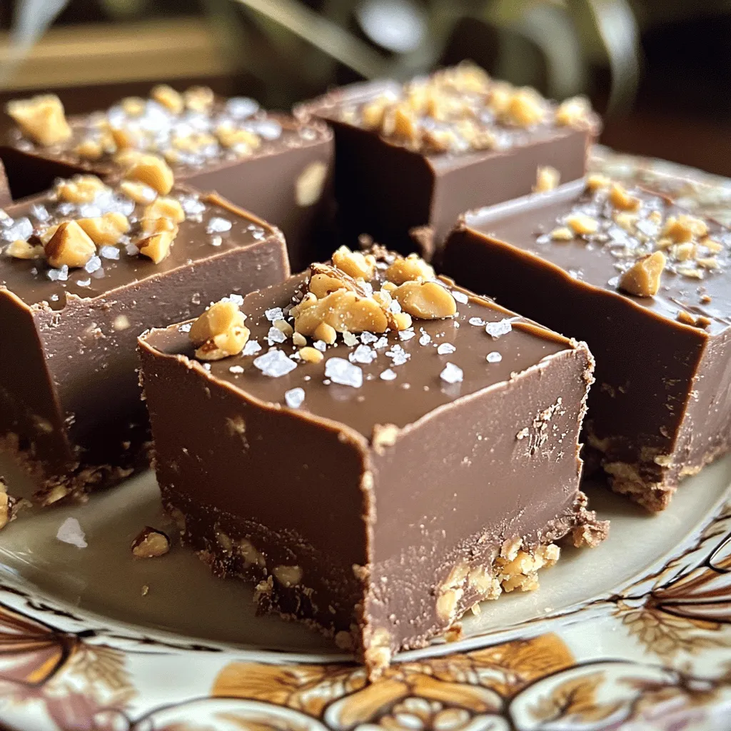 Für das perfekte Schokoladen-Erdnussbutter-Fudge brauchst du: - 1 Tasse cremige Erdnussbutter - 1 Tasse halb süße Schokoladenstückchen - 1 Tasse gesüßte Kondensmilch - 1 Teelöffel Vanilleextrakt - Meersalz zum Bestreuen Diese Zutaten sind einfach zu finden und machen das Fudge lecker. Die Erdnussbutter gibt eine tolle Cremigkeit. Die Schokoladenstückchen sorgen für den süßen Schokoladengeschmack. Die gesüßte Kondensmilch hilft, alles zusammenzubringen. Du kannst dein Fudge aufpeppen mit: - ½ Tasse gehackte Nüsse (Walnüsse oder Pekannüsse) - Zusätzlichen Schokoladensplittern - Einem Spritzer Honig oder Ahornsirup Die Nüsse bieten einen schönen Crunch. Mehr Schokolade macht es noch schokoladiger. Honig oder Sirup kann die Süße anpassen. Die Wahl der Zutaten ist wichtig. Hochwertige Schokolade macht einen großen Unterschied. Sie sorgt für einen reicheren Geschmack. Auch frische Erdnussbutter hat einen stärkeren Geschmack. Günstige Zutaten können dein Fudge wässrig und weniger lecker machen. Achte darauf, dass alles frisch ist. So schmeckt dein Fudge am besten. Zuerst musst du deine Backform vorbereiten. Nimm eine 20x20 cm große Form und lege sie mit Backpapier aus. Lass das Papier an den Seiten überstehen. So kannst du das Fudge später leicht herausnehmen. Jetzt kommt der spannende Teil! Gib die halb süßen Schokoladenstückchen und die gesüßte Kondensmilch in einen mittelgroßen Topf. Setze den Topf auf niedrige Hitze. Rühre ständig um. Du willst eine glatte, cremige Mischung. Wenn die Schokolade geschmolzen ist, nimm den Topf vom Herd. Füge dann den Vanilleextrakt hinzu und rühre gut um. In einer separaten Schüssel rührst du die cremige Erdnussbutter glatt. Das macht die Mischung einfacher. Gieße die geschmolzene Schokoladenmischung in die Schüssel mit der Erdnussbutter. Rühre vorsichtig, bis alles gut vermischt ist und die Konsistenz cremig und glatt ist. Wenn du gehackte Nüsse verwenden möchtest, falte sie jetzt vorsichtig unter. Verteile die Fudge-Mischung gleichmäßig in die Backform und glätte die Oberfläche. Bestreue die Oberseite mit einer Prise Meersalz. Stelle die Form für mindestens zwei Stunden in den Kühlschrank. Wenn das Fudge fest ist, hebe es mit dem Backpapier heraus und schneide es in Quadrate. Um die perfekte Konsistenz für dein Schokoladen-Erdnussbutter-Fudge zu erreichen, achte auf die Temperatur. Schmelze die Schokolade bei niedriger Hitze. Rühre ständig, damit nichts anbrennt. Die Mischung muss glatt und cremig sein. Wenn du die Erdnussbutter hinzufügst, rühre vorsichtig weiter. So bleibt die Fudge schön gleichmäßig. Ein häufiger Fehler ist, die Mischung zu überhitzen. Das kann die Schokolade hart und krümelig machen. Ein anderer Fehler ist, die Erdnussbutter nicht gut zu vermengen. Achte darauf, sie gut zu rühren, bis sie ganz glatt ist. Wenn die Fudge zu weich bleibt, lasse sie länger im Kühlschrank. Manchmal braucht es einfach mehr Zeit, um fest zu werden. Die Präsentation macht viel aus! Serviere die Fudge-Quadrate auf einem schönen Teller. Du kannst sie mit geschmolzener Schokolade beträufeln. Das sieht toll aus und schmeckt lecker. Zerdrückte Nüsse oder etwas Meersalz obendrauf geben einen tollen Akzent. Diese kleinen Extras machen dein Fudge besonders und einladend. {{image_4}} Du kannst dein Schokoladen-Erdnussbutter-Fudge mit Nüssen aufpeppen. Walnüsse oder Pekannüsse geben einen tollen Crunch. Hacke die Nüsse grob und füge sie in Schritt 6 hinzu. Wenn du magst, probiere auch andere Füllungen aus. Getrocknete Früchte oder Karamellstücke machen das Fudge spannend und lecker. Die Wahl der Schokolade ist wichtig. Halb süße Schokoladenstückchen sind großartig, aber du kannst auch andere Sorten nutzen. Dunkle Schokolade gibt dem Fudge einen intensiveren Geschmack. Weiße Schokolade sorgt für eine süßere Note. Mische verschiedene Sorten für einen einzigartigen Geschmack. Experimentiere und finde deine perfekte Kombination. Jeder hat einen anderen Geschmack, wenn es um Süße geht. Du kannst die Menge der gesüßten Kondensmilch anpassen. Für weniger Süße nimm einfach weniger Kondensmilch. Wenn du es süßer magst, füge etwas Honig oder einen Löffel Zucker hinzu. Achte darauf, die Balance zu finden. So wird dein Fudge genau nach deinem Wunsch. Die beste Temperatur zum Lagern von Schokoladen-Erdnussbutter-Fudge ist kühl. Ich empfehle, die Fudge im Kühlschrank aufzubewahren. So bleibt sie frisch und lecker. Die kalte Luft hilft, die Fudge fest zu halten. Vermeide es, sie an einem warmen Ort zu lagern. Wenn du die Fudge in einem luftdichten Behälter aufbewahrst, bleibt sie etwa zwei Wochen frisch. Nach dieser Zeit kann sie an Geschmack verlieren. Ich empfehle, sie nicht länger als nötig zu lagern. So schmeckt sie am besten! - Verwende einen luftdichten Behälter. So schütze ich die Fudge vor Luft und Feuchtigkeit. - Lege ein Stück Backpapier zwischen die Schichten, wenn du die Fudge stapelst. Das hilft, ein Festkleben zu verhindern. - Stelle die Fudge nicht neben stark riechende Lebensmittel. So bleibt ihr Geschmack rein und lecker. Mit diesen einfachen Tipps bleibt deine Schokoladen-Erdnussbutter-Fudge lange frisch und köstlich! Die Fudge braucht mindestens zwei Stunden im Kühlschrank, um fest zu werden. Die genaue Zeit kann variieren. Wenn du die Fudge dicker machst, kann es länger dauern. Um sicherzustellen, dass sie vollständig fest ist, teste sie nach zwei Stunden. Wenn sie noch weich ist, lass sie einfach länger im Kühlschrank. Ja, du kannst die Erdnussbutter ersetzen. Probiere Mandelbutter oder Cashewbutter. Diese Optionen geben einen ähnlichen Geschmack. Achte darauf, die Konsistenz der anderen Zutaten anzupassen. Wenn die neue Butter weniger cremig ist, kann die Fudge dicker werden. Wenn die Fudge zu weich ist, kannst du sie wieder im Kühlschrank kühlen. Eine andere Methode ist, sie in kleine Stücke zu schneiden und sie in einer Schüssel zu vermengen. Füge etwas mehr geschmolzene Schokolade hinzu. So bekommst du eine festere Konsistenz. Wenn das nicht hilft, kannst du die Mischung leicht erhitzen und mehr Schokolade unterrühren. Wir haben die wichtigsten Zutaten für Fudge besprochen und ihre Qualität hervorgehoben. Ich habe dir Schritt für Schritt erklärt, wie du Fudge herstellst. Mit meinen Tipps und Tricks hast du jetzt die besten Chancen auf einen perfekten Genuss. Ich zeigte dir verschiedene Varianten und gab Tipps zur Lagerung. Fudge ist einfach und macht Spaß. Nutze diese Ideen, um kreativ zu werden und dein Fudge zu perfektionieren. Du wirst es lieben, deine eigenen Varianten zu kreieren und sie zu teilen.