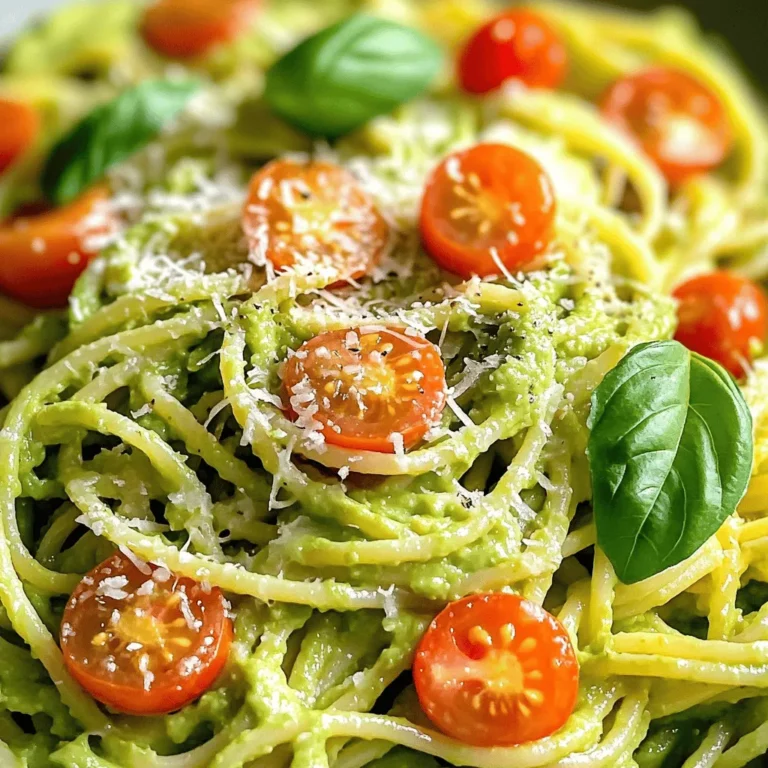 Für die cremige Avocado-Pasta brauchst du einige frische und einfache Zutaten. Hier sind die Hauptbestandteile: - 2 reife Avocados, entkernt und geschält - 2 Knoblauchzehen, fein gehackt - 2 Esslöffel Zitronensaft - 1/4 Tasse frische Basilikumblätter - 1/4 Tasse natives Olivenöl extra - Salz und Pfeffer nach Geschmack - 340 g Vollkornspaghetti oder Pasta nach Wahl Diese Zutaten sorgen für eine reichhaltige und cremige Sauce. Um den Geschmack deiner Pasta zu verstärken, füge einige zusätzliche Zutaten hinzu: - 1/2 Tasse Kirschtomaten, halbiert - 1/4 Tasse Parmesan, gerieben (optional) Die Kirschtomaten bringen Frische. Parmesan fügt einen herzhaften Geschmack hinzu, wenn du ihn magst. Qualität macht einen großen Unterschied in diesem Rezept. Hier sind einige Tipps: - Wähle frische, reife Avocados. Sie sind die Basis der Sauce. - Benutze frisches Basilikum. Es hat mehr Aroma als getrocknete Kräuter. - Natives Olivenöl extra ist wichtig. Es gibt der Sauce einen reichen Geschmack. - Achte darauf, hochwertige Pasta zu wählen. Vollkornspaghetti sind gesünder und geben der Mahlzeit mehr Biss. Diese hochwertigen Zutaten sorgen dafür, dass deine cremige Avocado-Pasta köstlich wird. Um die Pasta perfekt zuzubereiten, koche zuerst 340 g Vollkornspaghetti in einem großen Topf. Fülle den Topf mit gesalzenem Wasser und bringe es zum Kochen. Folge den Anweisungen auf der Verpackung, um die Nudeln al dente zu kochen. Vergiss nicht, ½ Tasse vom Nudelwasser aufzuheben, bevor du die Pasta abgießt. Stelle die abgetropften Spaghetti beiseite, während du die Sauce machst. Jetzt kommt der spaßige Teil. Nimm zwei reife Avocados und schäle sie. Gib die Avocados, zwei fein gehackte Knoblauchzehen, zwei Esslöffel Zitronensaft, ¼ Tasse frische Basilikumblätter und ¼ Tasse natives Olivenöl in einen Mixer. Püriere alles, bis die Mischung glatt und cremig ist. Wenn die Sauce zu dick ist, füge etwas vom reservierten Nudelwasser hinzu, um die richtige Konsistenz zu erreichen. Probiere die Avocado-Sauce und würze sie mit Salz und Pfeffer nach deinem Geschmack. Püriere die Sauce nochmals kurz, um die Gewürze gut zu vermischen. Gib dann die abgetropften Spaghetti zurück in den großen Topf. Gieße die cremige Avocado-Sauce darüber und vermenge alles kräftig. Falls die Sauce zu fest ist, kannst du mehr Nudelwasser hinzufügen. Jetzt kannst du die halbierten Kirschtomaten vorsichtig unterheben, damit sie leicht erwärmt werden. Um die perfekte Cremigkeit zu erreichen, achte darauf, reife Avocados zu verwenden. Sie sollten leicht nachgeben, wenn du sie drückst. Püriere die Avocados gut mit dem Knoblauch und dem Olivenöl. Wenn die Sauce zu dick ist, füge etwas Nudelwasser hinzu. Das Wasser hilft, die Sauce glatt und cremig zu machen. Wähle Avocados, die dunkelgrün oder fast schwarz sind. Sie sollten weich sein, aber nicht matschig. Ein einfacher Test ist, den Stiel leicht zu drehen. Wenn er sich leicht löst und darunter grün ist, ist die Avocado reif. Wenn es braun ist, ist die Avocado überreif. Ein häufiger Fehler ist, die Avocados zu lange zu pürieren. Dies kann die Konsistenz verändern. Halte die Sauce lieber etwas stückig. Ein weiterer Fehler ist, die Pasta nicht genug zu salzen. Das Wasser sollte wie Meerwasser schmecken. Schließlich, vergiss nicht, die Sauce vor dem Servieren zu probieren und nach Bedarf zu würzen. {{image_4}} Cremige Avocado-Pasta ist bereits vegetarisch und gesund. Du kannst jedoch noch mehr Gemüse hinzufügen. Zucchini, Spinatsalat oder Erbsen passen gut dazu. Diese Zutaten bringen Farbe und zusätzlichen Geschmack. Du kannst auch andere Kräuter wie Petersilie oder Koriander verwenden. Um mehr Protein hinzuzufügen, probiere Kichererbsen oder schwarze Bohnen. Diese sind nahrhaft und lecker. Auch gebratene Tofu-Würfel sind eine gute Wahl. Sie machen die Pasta sättigender. Wenn du Fleisch magst, füge gegrilltes Hähnchen oder Garnelen hinzu. Das bringt eine andere Textur in das Gericht. Wenn du glutenfrei essen möchtest, gibt es viele Optionen. Du kannst glutenfreie Pasta aus Reis oder Mais verwenden. Diese Sorten sind leicht und lecker. Auch Zucchini-Nudeln sind eine tolle Alternative. Sie sind kalorienarm und voller Nährstoffe. Experimentiere mit verschiedenen Formen, um herauszufinden, was dir am besten schmeckt. Um die cremige Avocado-Pasta gut aufzubewahren, verwende einen luftdichten Behälter. Lass die Pasta zuerst auf Raumtemperatur abkühlen. Danach kannst du die Pasta mit der Avocado-Sauce in den Behälter geben. Achte darauf, dass die Sauce die Nudeln gut bedeckt. Das hilft, dass die Avocados nicht braun werden. Du kannst die Pasta bis zu drei Tage im Kühlschrank lagern. Wenn du die Pasta wieder aufwärmen möchtest, mache das sanft. Du kannst sie in einer Pfanne bei niedriger Hitze erwärmen. Füge ein wenig Wasser oder Olivenöl hinzu, um die Sauce geschmeidig zu halten. Rühre die Pasta gut um, damit sie gleichmäßig warm wird. Du kannst auch die Mikrowelle nutzen. Stelle die Pasta in eine mikrowellengeeignete Schüssel, decke sie ab und erwärme sie in kurzen Intervallen. So verhinderst du, dass die Pasta austrocknet. Die Hauptzutaten wie Avocados und Kirschtomaten sind frisch am besten. Avocados halten sich im Kühlschrank etwa 2 bis 3 Tage nach dem Schneiden. Kirschtomaten bleiben 5 bis 7 Tage frisch, wenn sie kühl gelagert werden. Die übrigen Zutaten wie Olivenöl und Parmesan sind länger haltbar. Achte darauf, dass du sie gut verschließt, um die Frische zu bewahren. Ja, cremige Avocado-Pasta ist sehr gesund. Avocados enthalten gesunde Fette, die gut für dein Herz sind. Sie sind auch reich an Ballaststoffen, die dir helfen, dich satt zu fühlen. Außerdem liefern sie wichtige Vitamine und Mineralien, wie Vitamin E und Kalium. Die Vollkornspaghetti fügen zusätzliche Ballaststoffe hinzu und machen die Mahlzeit noch nahrhafter. Diese Kombination macht die Pasta zu einer tollen Wahl für eine ausgewogene Ernährung. Ja, du kannst die Avocados im Voraus zubereiten. Es ist jedoch wichtig, sie richtig zu lagern. Wenn du die Avocados schälst, lege sie in eine Schüssel und gib etwas Zitronensaft darauf. Das hilft, die Avocados frisch zu halten und verhindert, dass sie braun werden. Du kannst die Avocado-Sauce auch im Kühlschrank aufbewahren. Achte darauf, sie in einem luftdichten Behälter zu lagern. So bleibt sie frisch für bis zu zwei Tage. Es gibt viele Kräuter, die gut zur cremigen Avocado-Pasta passen. Frischer Basilikum ist eine klare Wahl, da er einen tollen Geschmack bringt. Petersilie ist ebenfalls eine gute Option, die die Aromen gut ergänzt. Du könntest auch Koriander ausprobieren, wenn du einen stärkeren Geschmack magst. Thymian oder Oregano können auch interessante Akzente setzen. Experimentiere mit verschiedenen Kräutern, um deinen eigenen Lieblingsgeschmack zu finden! Cremige Avocado-Pasta ist einfach zuzubereiten. Du hast alle Zutaten, Schritte und Tipps kennengelernt. Achte auf die ausgewählten Zutaten für den besten Geschmack. Experimentiere mit Varianten und lagere die Pasta richtig, um sie frisch zu halten. Diese köstliche Mahlzeit ist gesund und vielseitig. Probiere neue Kräuter und Zutaten aus, um deinen eigenen Stil zu finden. Mit diesen Informationen kannst du loslegen und deine Avocado-Pasta perfekt zubereiten!