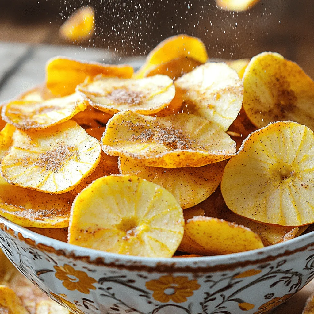 Für die Zimt-Zucker Apfelchips benötigst du nur einige einfache Zutaten. Hier ist die Liste: - 2 große Äpfel (z. B. Fuji oder Honeycrisp) - 2 Esslöffel Kristallzucker - 1 Teelöffel gemahlener Zimt - 1 Esslöffel Zitronensaft - Eine Prise Salz Diese Zutaten sind der Schlüssel zu einem köstlichen Snack. Die Äpfel geben den Chips ihren natürlichen süßen Geschmack. Der Kristallzucker und der Zimt sorgen für die leckere Zimt-Zucker-Note, die wir alle lieben. Du kannst die Chips auch mit anderen Gewürzen aufpeppen. Einige Ideen sind: - Muskatnuss für einen warmen, nussigen Geschmack - Ingwer für einen scharfen Kick - Vanille für eine süße Note Diese Gewürze sind nicht nötig, aber sie können deinen Chips eine besondere Note geben. Experimentiere mit verschiedenen Kombinationen, um deinen perfekten Geschmack zu finden. Die Qualität der Zutaten ist wichtig. Wähle frische, knackige Äpfel. Sie machen den Unterschied. Achte darauf, dass der Zimt frisch ist. Alter Zimt kann seinen Geschmack verlieren. Auch der Zucker sollte rein und ohne Zusätze sein. So bekommst du die besten Ergebnisse. Frische Zutaten sorgen für knusprige und leckere Chips. Heize den Ofen auf 200°F (95°C) vor. Das ist wichtig für knusprige Chips. Lege ein Backblech mit Backpapier aus. Das Backpapier verhindert, dass die Chips festkleben. So bleibt die Reinigung leichter. Wasche die Äpfel gründlich. Das ist wichtig, um Schmutz zu entfernen. Entferne das Kerngehäuse mit einem Apfelausstecher. Schneide die Äpfel dann in sehr dünne Scheiben. Ich empfehle eine Mandoline oder ein scharfes Messer. Die Scheiben sollten etwa 1/8 Zoll dick sein. Dünne Scheiben werden schön knusprig. In einer kleinen Schüssel vermische den Kristallzucker, Zimt und eine Prise Salz gut. Achte darauf, dass alles gleichmäßig verteilt ist. In einer großen Schüssel gib die Apfelscheiben hinein. Füge den Zitronensaft hinzu. Das hilft, die Äpfel frisch zu halten. Streue die Zimt-Zucker-Mischung gleichmäßig über die Apfelscheiben. Rühre gut um, sodass alle Scheiben bedeckt sind. Um perfekte knusprige Apfelchips zu erhalten, achte auf die Dicke der Scheiben. Die Apfelscheiben sollten etwa 1/8 Zoll dick sein. Wenn sie zu dick sind, werden die Chips nicht knusprig. Außerdem ist es wichtig, die Apfelscheiben gleichmäßig auf dem Backblech zu verteilen. Lasse genug Platz zwischen den Scheiben, damit die Luft gut zirkulieren kann. Ein häufiger Fehler ist, die Äpfel nicht richtig vorzubereiten. Wasche sie gründlich, um Schmutz und Wachs zu entfernen. Ein weiterer Fehler ist, die Zimt-Zucker-Mischung nicht gleichmäßig zu verteilen. Dies kann zu ungleichen Geschmäckern führen. Achte darauf, dass jede Scheibe gut mit der Mischung bedeckt ist. Die Präsentation macht viel aus! Serviere die Apfelchips in einer schönen Schüssel. Ein wenig Zimt-Zucker oben drauf sieht toll aus. Du kannst auch ein paar frische Apfelscheiben oder Zimtstangen als Dekoration hinzufügen. Diese Details machen den Snack noch einladender. {{image_4}} Du kannst die Zimt-Zucker Apfelchips leicht verändern. Probiere andere Gewürze aus. Zum Beispiel, füge etwas Muskatnuss hinzu. Sie gibt einen warmen, süßen Geschmack. Auch eine Prise Vanille kann helfen. Mixe die Zimt-Zucker-Mischung mit Kakao für einen schokoladigen Twist. So wird der Snack noch interessanter und leckerer. Äpfel sind toll, aber du kannst auch andere Früchte nutzen. Birnen sind eine gute Wahl. Ihre Süße passt perfekt zu Zimt. Auch Ananas oder Mango funktionieren gut. Schneide sie ebenfalls dünn, um die Knusprigkeit zu erreichen. Experimentiere mit verschiedenen Obstsorten, um deine Lieblingskombination zu finden. Zimt-Zucker Apfelchips sind ein gesunder Snack. Sie haben wenig Fett und viele Ballaststoffe. Das macht sie ideal für zwischendurch. Du kannst sie als Snack für Kinder anbieten. Sie sind auch eine gute Wahl für Partys. Serviere sie in einer schönen Schüssel. So sehen sie einladend aus. Genieße die Chips ohne schlechtes Gewissen. Um die Zimt-Zucker Apfelchips frisch zu halten, lagere sie in einem luftdichten Behälter. Dieser Behälter schützt die Chips vor Feuchtigkeit. Du kannst auch ein Glas oder eine Plastikdose verwenden. Stelle sicher, dass der Behälter gut verschlossen ist. So bleiben die Chips lange knusprig und lecker. Die Apfelchips bleiben bis zu zwei Wochen frisch, wenn du sie richtig lagerst. Nach dieser Zeit können sie weich werden. Wenn du sie in einem kühlen, dunklen Ort aufbewahrst, bleibt der Geschmack länger erhalten. Achte darauf, die Chips nicht im Kühlschrank zu lagern. Die Feuchtigkeit dort kann sie schnell weich machen. Wenn die Apfelchips weich werden, kannst du sie wieder knusprig machen. Heize den Ofen auf 200°F (95°C) vor. Lege die Chips auf ein Backblech und backe sie 10 bis 15 Minuten lang. Überprüfe sie regelmäßig, damit sie nicht verbrennen. So hast du wieder köstliche, knusprige Chips zum Snacken! Zimt-Zucker Apfelchips bleiben frisch, wenn du sie richtig lagerst. Ich empfehle, sie in einem luftdichten Behälter aufzubewahren. So bleiben sie knusprig. Bei guter Lagerung halten sie bis zu zwei Wochen. Nach dieser Zeit können sie weich werden. Du kannst sie auch im Kühlschrank aufbewahren, um die Frische zu verlängern. Ja, du kannst die Apfelchips auch in der Luftfritteuse zubereiten! Stelle die Temperatur auf 160°C ein. Lege die Apfelscheiben in einer einzigen Schicht hinein. Sie brauchen etwa 15 bis 20 Minuten. Schüttle den Korb alle fünf Minuten, um gleichmäßige Chips zu erhalten. So werden sie schön knusprig und lecker. Für Zimt-Zucker Apfelchips empfehle ich Sorten wie Fuji oder Honeycrisp. Diese Äpfel sind süß und knackig. Sie behalten beim Backen ihre Form. Du kannst auch Granny Smith verwenden, wenn du einen sauren Geschmack möchtest. Experimentiere mit verschiedenen Sorten, um deinen Favoriten zu finden! Zimt-Zucker Apfelchips sind einfach und lecker. Wir haben die wichtigsten Zutaten besprochen, die richtige Anleitung gegeben und Tipps für knusprige Chips geteilt. Variationen helfen dir, kreativ zu sein und die Chips gesund zu genießen. Zum Schluss haben wir wichtige Informationen zur Lagerung und Haltbarkeit der Apfelchips behandelt. Ich hoffe, du probierst das Rezept aus und freust dich über gesunde Snacks. Mit den richtigen Zutaten und ein paar Tricks gelingen dir perfekte Apfelchips!
