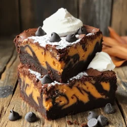 Für die perfekten Kürbis-Schokoladen-Braunies brauchen Sie: - 225 g ungesalzene Butter - 200 g Zucker - 220 g brauner Zucker, fest gepackt - 4 große Eier - 1 Teelöffel Vanilleextrakt - 125 g Weizenmehl - 50 g ungesüßtes Kakaopulver - 1/2 Teelöffel Backpulver - 1/4 Teelöffel Salz - 240 g Kürbispüree - 1 Teelöffel Kürbiskreation-Gewürz - 1/2 Teelöffel gemahlener Zimt Diese Zutaten geben den Brownies einen tollen Geschmack. Die Butter sorgt für eine weiche Textur. Zucker und brauner Zucker machen die Brownies süß und klebrig. Für einen besonderen Kick können Sie auch hinzufügen: - 100 g Schokoladenstückchen (optional) Diese Schokoladenstückchen verleihen den Brownies einen extra schokoladigen Geschmack. - Butter: Verwenden Sie ungesalzene Butter für den besten Geschmack. - Zucker: Wählen Sie frischen Zucker, um die Süße zu maximieren. - Kürbispüree: Achten Sie darauf, dass es ungesüßt ist. So bleibt der echte Kürbisschmack erhalten. - Kakaopulver: Nutzen Sie ungesüßtes Kakaopulver für einen intensiven Schokoladengeschmack. Diese Tipps helfen Ihnen, die besten Zutaten für Ihre Brownies auszuwählen. Gute Zutaten machen den Unterschied! Heize deinen Ofen auf 175°C vor. Fette eine Backform (23x33 cm) ein. Lege die Form mit Backpapier aus, damit du die Brownies später leichter herausnehmen kannst. Nimm einen mittelgroßen Topf. Schmelze die Butter bei niedriger Hitze. Lass die Butter etwas abkühlen. In einer großen Schüssel vermische die geschmolzene Butter mit weißem und braunem Zucker. Rühre, bis die Mischung glatt ist. Füge die Eier einzeln hinzu. Rühre gut nach jeder Zugabe. Mische dann den Vanilleextrakt unter. In einer separaten Schüssel siebe Mehl, Kakaopulver, Backpulver und Salz. Gib die trockenen Zutaten zur feuchten Mischung. Rühre, bis kein Mehl mehr sichtbar ist. In einer anderen Schüssel rühre das Kürbispüree glatt. Füge das Kürbiskreation-Gewürz und den Zimt hinzu. Mische alles gut, bis die Gewürze gleichmäßig verteilt sind. Gieße die Hälfte des Brownieteigs in die vorbereitete Backform. Verteile ihn gleichmäßig. Löffle kleine Portionen der Kürbismischung darüber. Gieße dann den restlichen Brownieteig über die Kürbisschicht. Marmorier die Mischung mit einem Messer oder Zahnstocher. Backe die Brownies im Ofen für 30-35 Minuten. Ein Zahnstocher sollte mit ein paar feuchten Krümeln herauskommen. Lass die Brownies in der Form abkühlen. Hebe sie mit dem Backpapier heraus und schneide sie in Quadrate. Um den Marmoreffekt zu erreichen, beginne mit einer gleichmäßigen Schicht Brownieteig. Verteile dann kleine Portionen des Kürbispürees gleichmäßig über den Teig. Nutze ein Messer oder einen Zahnstocher und ziehe sanft durch die Mischung. Bewege dich in Wellenlinien, um das schöne Muster zu formen. Achte darauf, nicht zu tief zu gehen, sonst vermischen sich die Schichten zu stark. Du kannst den Geschmack der Brownies anpassen. Füge Nüsse hinzu, um einen knusprigen Biss zu bekommen. Walnüsse oder Pekannüsse eignen sich hervorragend. Verwende dunkle Schokolade für einen reichhaltigen Geschmack. Du kannst auch getrocknete Früchte, wie Cranberries, für eine fruchtige Note verwenden. Experimentiere mit verschiedenen Gewürzen wie Muskatnuss oder Ingwer für mehr Tiefe. Ein häufiger Fehler ist, die Zutaten nicht richtig zu mischen. Stelle sicher, dass die Butter und der Zucker gut vermischt sind, bevor du die Eier hinzufügst. Ein weiterer Fehler ist das Überbacken. Überprüfe die Brownies nach 30 Minuten. Sie sollten weich sein, aber nicht flüssig. Lass sie vollständig abkühlen, bevor du sie schneidest, um ein zerbröckelndes Ergebnis zu vermeiden. {{image_4}} Um diese leckeren Brownies glutenfrei zu machen, ersetzen Sie das Weizenmehl durch glutenfreies Mehl. Es gibt viele gute glutenfreie Mischungen. Achten Sie darauf, eine Mischung zu wählen, die Xanthan enthält. Das sorgt für die richtige Konsistenz. Die restlichen Zutaten bleiben gleich. Sie schmecken trotzdem lecker! Für eine vegane Version verwenden Sie anstelle von Eiern Apfelmus oder Leinsamen. Mischen Sie einen Esslöffel Leinsamen mit drei Esslöffeln Wasser. Lassen Sie es fünf Minuten stehen. Dann können Sie es in den Teig geben. Außerdem können Sie die Butter durch Kokosöl ersetzen. Wählen Sie eine pflanzliche Milch, um die Schokoladenstückchen zu schmelzen, wenn Sie sie hinzufügen. Diese Variante ist einfach und super lecker! Um den Geschmack zu variieren, fügen Sie Schokoladenstückchen hinzu. Dunkle Schokolade oder weiße Schokolade passen gut. Sie können auch Nüsse wie Walnüsse oder Pekannüsse verwenden. Diese geben einen tollen Crunch. Streuen Sie die Nüsse einfach auf die Brownies, bevor Sie sie backen. So erhalten Sie eine köstliche Textur und noch mehr Geschmack! Um die frisch gebackenen Kürbis-Schokoladen-Braunies richtig aufzubewahren, lege sie in einen luftdichten Behälter. Dies hält sie frisch und saftig. Du kannst sie bei Raumtemperatur aufbewahren, wenn du sie innerhalb von ein paar Tagen essen willst. Wenn du sie länger lagern möchtest, ist der Kühlschrank eine gute Option. Kürbis-Schokoladen-Braunies halten sich bis zu einer Woche im Kühlschrank. Achte darauf, sie gut abzudecken, damit sie nicht austrocknen. Bei Raumtemperatur bleiben sie etwa 3 bis 4 Tage frisch. Wenn du sie länger aufbewahren willst, ist das Einfrieren die beste Wahl. Brownies lassen sich gut einfrieren. Lass die Brownies zuerst vollständig abkühlen. Schneide sie dann in Quadrate. Lege jedes Stück in Frischhaltefolie und danach in einen Gefrierbeutel. So bleiben sie frisch. Im Gefrierfach halten sie bis zu drei Monate. Um sie zu genießen, lasse sie einfach bei Raumtemperatur auftauen oder erhitze sie kurz in der Mikrowelle. Ja, frisches Kürbispüree kann verwendet werden. Achte darauf, es gut zu pürieren. Frisches Püree hat oft mehr Wasser. Das kann die Konsistenz der Brownies ändern. Du solltest das Püree gut abtropfen lassen. So bleibt der Teig nicht zu nass. Um die Brownies schokoladiger zu machen, füge mehr Kakaopulver hinzu. Etwa 20 bis 30 Gramm zusätzlich sollten genügen. Du kannst auch Schokoladenstückchen einmischen. Diese schmelzen beim Backen und sorgen für mehr Schokoladengeschmack. Zartbitter oder Milchschokolade sind gute Optionen. Ja, du kannst andere Gewürze verwenden. Muskatnuss und Ingwer passen gut zu Kürbis. Eine Prise Nelken gibt einen interessanten Geschmack. Experimentiere mit verschiedenen Kombinationen, um deinen Favoriten zu finden. Achte darauf, die Menge anzupassen, damit der Geschmack nicht zu stark wird. Ja, es gibt Alternativen zu Eiern. Du kannst Apfelmus oder zerdrückte Bananen verwenden. Etwa 60 Gramm Apfelmus ersetzen ein Ei. Auch Chia- oder Leinsamen können als Ei-Ersatz dienen. Mische einen Esslöffel Samen mit drei Esslöffeln Wasser. Lass es einige Minuten quellen, bis es dick wird. Du hast nun alles, was du für die perfekten Kürbis-Schokoladen-Braunies brauchst. Wir haben uns mit den besten Zutaten beschäftigt und Schritt für Schritt den Backprozess durchlaufen. Du weißt, wie man Variation und Geschmackstiefe hinzufügt, ohne die häufigsten Fehler zu machen. Denke daran, die Brownies richtig zu lagern, damit sie frisch bleiben. Versuche auch, mit verschiedenen Aromen und Zutaten zu experimentieren. Damit steht deinem köstlichen Backprojekt nichts mehr im Weg!
