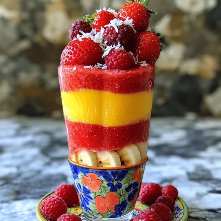 - 2 Tassen frische Erdbeeren, entstielt und in Scheiben geschnitten - 2 reife Bananen, geschält und in Scheiben geschnitten - 1 Tasse griechischer Joghurt Die Hauptzutaten bilden die Basis für deine Smoothie Pops. Erdbeeren bringen frische und süße Aromen. Bananen geben eine cremige Textur. Griechischer Joghurt sorgt für einen tollen Geschmack und macht die Pops schön cremig. - 1/2 Tasse Mandelmilch - 2 Esslöffel Honig oder Ahornsirup - 1 Teelöffel Vanilleextrakt Die Flüssigkeiten und Süßungsmittel helfen, die richtige Konsistenz zu erreichen. Mandelmilch ist leicht und hat einen milden Geschmack. Honig oder Ahornsirup fügt eine natürliche Süße hinzu. Vanilleextrakt gibt einen köstlichen, warmen Geschmack. - Eine Prise Salz Eine kleine Prise Salz hebt die Aromen der Früchte hervor. Es macht die Mischung noch geschmackvoller und interessanter. Diese einfache Zutat bringt alles zusammen und sorgt für ein tolles Geschmackserlebnis. - Zuerst die Erdbeeren entstielen und in Scheiben schneiden. - Dann die Bananen schälen und ebenfalls in Scheiben schneiden. - Jetzt den Mixer bereitstellen und sicherstellen, dass er sauber ist. - Gib alle vorbereiteten Zutaten in den Mixer. - Füge griechischen Joghurt, Mandelmilch, Honig, Vanilleextrakt und eine Prise Salz hinzu. - Mixe alles auf hoher Stufe, bis die Mischung ganz glatt und cremig ist. - Vergiss nicht, die Wände des Mixers abzuschaben, um alles gut zu vermischen. - Gieße die Smoothie-Mischung vorsichtig in die Eis am Stiel-Formen. - Achte darauf, etwas Platz oben zu lassen, damit sich die Mischung beim Gefrieren ausdehnen kann. - Setze in jede Form ein Eisstäbchen ein und stelle sie in den Gefrierschrank. - Lass die Pops mindestens 4-6 Stunden gefrieren, bis sie fest sind. - Um die Pops zu lösen, halte die Formen kurz unter warmes Wasser. Um die Mischung ganz glatt zu bekommen, mixe die Zutaten gut. Achte darauf, die Wände des Mixers abzukratzen. Wenn du eine cremige Textur willst, nutze reife Bananen. Sie helfen, die Mischung weich zu machen. Wenn du die Süße anpassen möchtest, probiere die Mischung. Füge mehr Honig oder Ahornsirup hinzu, wenn sie nicht süß genug ist. Mixe alles nochmal, bis es gut vermischt ist. So schmecken die Pops perfekt! Die richtige Gefrierzeit ist wichtig. Lass die Pops mindestens 4 bis 6 Stunden im Gefrierschrank. Sie müssen fest sein, bevor du sie herausnimmst. Um die Pops einfach herauszulösen, halte die Formen kurz unter warmes Wasser. So lockert sich das Eis. Ziehe dann vorsichtig an den Stäbchen, um die Pops herauszuziehen. So bleiben sie ganz und sehen toll aus! Für ansprechende Servierideen lege die Eis am Stiel auf einen bunten Teller. Du kannst sie auch in ein hohes Glas mit frischen Beeren stellen. Das sieht frisch und einladend aus! Verwende Toppings wie geriebenen Kokos oder Granola. Das gibt den Pops einen extra Biss. So machst du sie nicht nur lecker, sondern auch hübsch zum Ansehen! {{image_4}} Du kannst deine Erdbeer-Bananen-Smoothie-Pops spannend variieren. Verwende andere Beeren wie Himbeeren oder Blaubeeren. Diese Beeren fügen neue Geschmäcker hinzu und sind gesund. Eine weitere tolle Idee ist, Mangostücke hinzuzufügen. Sie bringen eine süße, exotische Note in den Pops. Das erhöht den Spaß und die Farbe. Denke daran, verschiedene Milchsorten auszuprobieren. Hafermilch oder Kokosmilch sind spannende Optionen. Sie geben den Pops einen einzigartigen Geschmack. Wenn du eine vegane Variante möchtest, nutze pflanzliche Joghurtalternativen. So bleibt das Rezept vegan und lecker. Du kannst auch auf Zuckeraustauschstoffe setzen. Stevia oder Erythrit sind tolle Optionen. Diese halten den Zuckergehalt niedrig, ohne den Geschmack zu verlieren. Wenn du proteinreiche Optionen suchst, füge Proteinpulver zum Smoothie hinzu. So wird dein Snack noch nahrhafter und sättigender. Für die Lagerung deiner Erdbeer-Bananen-Smoothie-Pops sind spezielle Behälter wichtig. Nutze Eis am Stiel-Formen aus Silikon oder Plastik. Sie helfen, die Pops leicht herauszunehmen. Achte darauf, die Formen gut zu verschließen, um Gefrierbrand zu vermeiden. Die maximale Haltbarkeit im Gefrierschrank beträgt etwa zwei Monate. Nach dieser Zeit kann der Geschmack nachlassen. Die beste Methode, um deine Pops aufzutauen, ist die Zimmertemperatur. Lass sie etwa 5 bis 10 Minuten bei Raumtemperatur stehen. So werden sie schön weich. Ein weiterer Tipp: Halte die Pops kurz unter warmes Wasser. Dies hilft, sie leichter aus der Form zu lösen. Nach dem Auftauen schmecken sie immer noch frisch und lecker. Du kannst sie auch mit frischen Beeren oder Kokosraspeln garnieren. Falls du Reste der Smoothie-Mischung hast, bewahre sie im Kühlschrank auf. Du kannst die Mischung auch in einem Glas aufbewahren und innerhalb von zwei bis drei Tagen genießen. Eine tolle Idee ist, die Mischung in ein Frühstücksmüsli zu geben. So hast du einen gesunden Snack. Du kannst auch andere Rezepte ausprobieren, wie einen Smoothie oder einen Shake mit ähnlichen Zutaten. Erdbeer-Bananen-Smoothie-Eis am Stiel bleibt bis zu zwei Monate frisch im Gefrierschrank. Achte darauf, die Pops in einem luftdichten Behälter aufzubewahren. So bleiben sie lange lecker und cremig. Wenn du sie länger aufbewahrst, können sie frosty oder schmelzig werden. Ja, du kannst viele andere Früchte hinzufügen! Probiere Himbeeren, Pfirsiche oder Mango. Diese Früchte passen gut zu Erdbeeren und Bananen. Auch eine Mischung aus verschiedenen Beeren ist lecker. Sei kreativ und finde deine Lieblingskombination! Das Rezept ergibt etwa sechs Eis am Stiel. Jeder Pop ist perfekt für einen Snack an einem warmen Tag. Du kannst die Menge leicht verdoppeln, wenn du mehr Gäste hast. Es macht Spaß, sie zusammen zu genießen! Serviere die Eis am Stiel auf einem bunten Teller. Du kannst sie auch in ein hohes Glas mit frischen Beeren stellen. Das sieht toll aus und ist ein echter Hingucker. Für extra Genuss streue geriebenen Kokos oder Granola darüber. Diese Anleitung hat Ihnen gezeigt, wie Sie erfrischende Erdbeer-Bananen-Smoothie-Eis am Stiel zubereiten. Wir haben die wichtigen Zutaten, Schritte und hilfreiche Tipps besprochen. Denken Sie daran, dass Sie kreativ sein können. Variieren Sie die Früchte und Milcharten, um Ihr Eis anzupassen. Nutzen Sie die Tipps zur Lagerung für optimale Frische. Ihre Erfahrungen mit diesen Rezepten werden köstlich sein. Experimentieren Sie mit neuen Geschmäckern, um jede Generation zu erfreuen!