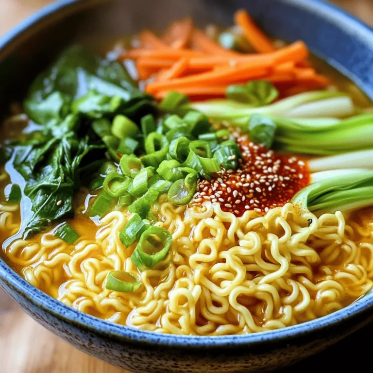 - 2 Pakete Instant-Ramen-Nudeln (jeder Geschmack) - 4 Knoblauchzehen, fein gehackt - 1 Esslöffel Ingwer, gerieben - 2 Tassen Gemüsebrühe - 1 Tasse Bok Choy, grob gehackt (oder anderes Blattgemüse) - 1 Karotte, in feine Streifen geschnitten Die Basis für würzige Knoblauch-Ramen-Nudeln sind die Instant-Nudeln. Sie sind schnell und einfach. Knoblauch und Ingwer geben einen tollen Geschmack. Gemüse wie Bok Choy und Karotten sorgen für Frische und Knusprigkeit. - 1-2 Esslöffel Chili-Paste (nach Geschmack anpassen) - 2 Esslöffel Sojasauce - 1 Esslöffel Sesamöl Für die Brühe nutzen wir Gemüsebrühe, Sojasauce und Sesamöl. Chili-Paste bringt die Schärfe. Passen Sie die Menge an, je nach Vorliebe. Diese Gewürze machen das Gericht würzig und aromatisch. - 2 Frühlingszwiebeln, gehackt (zur Garnitur) - Sesamsamen, zur Garnitur Garnituren wie Frühlingszwiebeln und Sesamsamen machen das Gericht noch besser. Sie fügen Farbe und Textur hinzu. Diese Toppings sind einfach und schnell. Sie machen die Ramen-Nudeln ansprechend und lecker. Zuerst koche die Ramen-Nudeln. Nimm dafür 2 Pakete Instant-Ramen-Nudeln. Folge den Anweisungen auf der Verpackung. Das dauert nur wenige Minuten. Wenn die Nudeln fertig sind, gieße sie ab. Stelle sie dann beiseite. Erhitze einen großen Topf. Gib 1 Esslöffel Sesamöl hinein und stelle die Hitze auf mittel. Füge 4 fein gehackte Knoblauchzehen und 1 Esslöffel geriebenen Ingwer hinzu. Brate alles 1-2 Minuten an. Die Mischung wird sehr aromatisch. Jetzt kommt die Chili-Paste. Verwende 1-2 Esslöffel, je nach deinem Geschmack. Brate die Chili-Paste für eine weitere Minute an. So vermischen sich die Aromen gut. Gieße 2 Tassen Gemüsebrühe und 2 Esslöffel Sojasauce in den Topf. Bringe die Mischung zum Kochen. Jetzt ist es Zeit für das Gemüse. Füge 1 Tasse grob gehackten Bok Choy und 1 in feine Streifen geschnittene Karotte hinzu. Reduziere die Hitze und lasse alles 5 Minuten köcheln. Das Gemüse sollte zart sein. Jetzt kommen die Ramen-Nudeln zurück in den Topf. Mische alles gut, damit die Nudeln die Brühe aufnehmen. Lass das Gericht noch 2-3 Minuten köcheln. Überprüfe die Gewürze. Wenn du mehr Schärfe magst, füge mehr Chili-Paste hinzu. Serviere die Ramen in Schalen. Garniere sie mit gehackten Frühlingszwiebeln und Sesamsamen. Um die perfekte Textur der Ramen zu erreichen, koche die Nudeln nur kurz. Halte dich an die Anweisungen auf der Verpackung. Wenn du sie zu lange kochst, werden sie matschig. Nach dem Abgießen solltest du die Nudeln sofort in kaltem Wasser abspülen. Dies stoppt den Kochprozess und hält die Nudeln bissfest. Die Schärfe ist wichtig für den Geschmack. Beginne mit einem Esslöffel Chili-Paste. Probiere die Brühe und füge mehr hinzu, wenn du es schärfer magst. Du kannst auch frische Chilischoten oder Chiliöl nach dem Kochen hinzufügen. So kannst du die Schärfe jeder Portion individuell anpassen. Schnelle Zubereitung beginnt mit guter Vorbereitung. Hacke den Knoblauch und den Ingwer im Voraus. So sparst du Zeit beim Kochen. Das Gemüse kannst du ebenfalls vorbereiten. Schneide die Karotten und den Bok Choy, bevor du mit dem Kochen beginnst. Das macht den Kochprozess einfacher und schneller. {{image_4}} Für eine vegetarische oder vegane Version wechsle die Gemüsebrühe mit einer pflanzlichen Brühe. Ersetze die Sojasauce durch Tamari für eine glutenfreie Option. Du kannst auch mehr Gemüse wie Zucchini oder Paprika hinzufügen. Diese Zutaten bringen frische Aromen und Farben in deine Schüssel. Probiere auch verschiedene Blattgemüse aus, wie Spinat oder Mangold, für zusätzliche Nährstoffe und Geschmack. Wenn du mehr Protein möchtest, füge Hähnchen, Tofu oder Garnelen hinzu. Koche das Hähnchen vorher und schneide es in Streifen. Für Tofu, presse ihn gut und brate ihn in Würfeln an. Garnelen kannst du gleich mit dem Gemüse hinzufügen. Achte darauf, alles gut zu würzen, damit die Aromen sich gut vermischen. So wird das Gericht nahrhafter und noch köstlicher. Für eine noch schärfere Note kannst du frische Chilis oder Chiliöl hinzufügen. Experimentiere mit verschiedenen Gewürzen wie Paprika oder Kreuzkümmel. Du könntest auch Erdnüsse oder Chili-Flocken als Topping verwenden. Diese Variationen bringen einen neuen Geschmack in deine Ramen. Lass deiner Kreativität freien Lauf und finde deine perfekte Mischung! Die Ramen-Nudeln sind einfach zu lagern. Wenn du Reste hast, lass sie abkühlen. Dann lege sie in einen luftdichten Behälter. So bleiben sie frisch. Du kannst sie für bis zu drei Tage im Kühlschrank aufbewahren. Achte darauf, dass sie gut abgedeckt sind, damit sie nicht austrocknen. Wenn du die Ramen-Nudeln einfrieren möchtest, empfehle ich, sie getrennt von der Brühe zu lagern. Die Brühe kannst du in einem eigenen Behälter einfrieren. So bleibt die Textur der Nudeln besser. Zum Wiedererwärmen, erwärme die Brühe in einem Topf. Füge die gefrorenen Nudeln hinzu und koche, bis sie heiß sind. Das dauert nur wenige Minuten. Die frischen Zutaten haben unterschiedliche Haltbarkeiten. Knoblauch und Ingwer halten sich gut im Kühlschrank. Sie bleiben bis zu zwei Wochen frisch. Das Gemüse wie Bok Choy und Karotten solltest du innerhalb von fünf Tagen verwenden. So bleibt der Geschmack am besten. Die Sojasauce und das Sesamöl sind lange haltbar. Sie können Monate oder sogar Jahre halten, wenn du sie kühl und trocken lagerst. Die Zubereitung dieser würzigen Knoblauch-Ramen-Nudeln dauert nur etwa 20 Minuten. Davon sind 10 Minuten für die Vorbereitung nötig. Die restlichen 10 Minuten sind für das Kochen und Zusammenstellen der Zutaten. So hast du schnell ein schmackhaftes Gericht. Ja, du kannst die Chili-Paste weglassen, wenn du es milder magst. Ohne die Paste fehlen die Schärfe und der Geschmack. Du kannst stattdessen etwas Paprika oder Pfeffer verwenden. So bleibt das Gericht würzig, aber weniger scharf. Die besten Ramen-Nudeln findest du in Asialäden oder gut sortierten Supermärkten. Achte auf frische oder gefrorene Nudeln für mehr Geschmack. Instant-Nudeln sind auch eine gute Wahl, da sie schnell zubereitet sind. Wähle deinen bevorzugten Geschmack, um das Gericht zu verfeinern. Zusammenfassend haben wir die wichtigsten Zutaten und Schritte für köstliche Knoblauch-Ramen behandelt. Sie kennen nun die besten Gewürze und die perfekte Brühe. Die Tipps helfen Ihnen, die Textur zu optimieren und die Schärfe anzupassen. Variationen bieten für jeden Geschmack etwas, und die Lagerungshinweise sorgen dafür, dass Ihre Ramen frisch bleiben. Kochen Sie heute und schaffen Sie ein tolles Ramen-Erlebnis!