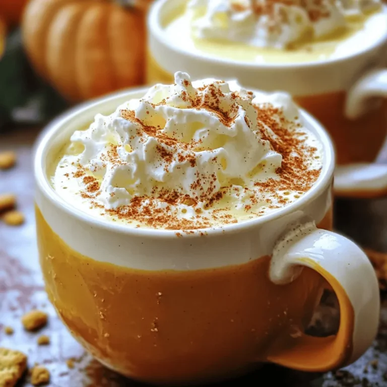 Um Kürbis-Pie Weiße heiße Schokolade zuzubereiten, benötigst du einige wichtige Zutaten: - 500 ml Vollmilch - 250 ml Schlagsahne - 175 g weiße Schokoladenstückchen - 120 g Kürbispüree - 1/2 Teelöffel Kürbiskuchengewürz - 1/4 Teelöffel Vanilleextrakt - Schlagsahne, zum Garnieren - Gemahlener Zimt, zum Bestreuen - Zerkleinerte Grahamcracker, zum Bestreuen Diese Zutaten sorgen für einen reichen und cremigen Geschmack. Die Mischung von Kürbis und Gewürzen macht das Getränk besonders. Bei der Auswahl weißer Schokolade ist Qualität wichtig. Ich empfehle Marken wie Callebaut oder Ghirardelli. Diese Schokoladen haben einen tollen Geschmack und schmelzen gut. Achte darauf, dass die Schokolade echte Kakaobutter enthält. So wird deine heiße Schokolade besonders lecker. Du kannst die Zutaten anpassen, um neue Geschmäcker zu entdecken. Hier sind einige Alternativen: - Verwende Mandeldrink statt Milch für eine nussige Note. - Nutze Kokosmilch für einen tropischen Twist. - Füge weitere Gewürze wie Muskatnuss oder Ingwer hinzu. - Probiere dunkle Schokolade für einen intensiveren Geschmack. Diese Variationen bringen neue Akzente in dein Getränk. Experimentiere und finde deine Lieblingskombination. Erwärme in einem mittelgroßen Topf 500 ml Vollmilch und 250 ml Schlagsahne. Stelle die Hitze auf mittel. Rühre die Mischung, bis sie dampft, aber nicht kocht. Das sorgt für eine gute Basis. Nehme 175 g weiße Schokoladenstückchen und füge sie zur warmen Mischung hinzu. Rühre beständig mit einem Schneebesen. Die Schokolade schmilzt schnell. Achte darauf, dass die Mischung schön glatt wird. Jetzt kommt das Besondere! Füge 120 g Kürbispüree und 1/2 Teelöffel Kürbiskuchengewürz hinzu. Mische alles gut. Erhitze die Mischung 2-3 Minuten weiter, aber lass sie nicht kochen. Nimm den Topf vom Herd. Füge 1/4 Teelöffel Vanilleextrakt hinzu und rühre gut um. Jetzt ist die heiße Schokolade bereit! Gieße sie in Tassen und garniere jede mit Schlagsahne. Bestreue sie mit gemahlenem Zimt und zerkleinerten Grahamcrackern für den letzten Schliff. Um die weiße Schokolade perfekt zu schmelzen, benutze einen mittleren Topf. Erhitze die Milch und die Sahne sanft. Achte darauf, dass die Mischung dampft, aber nicht kocht. Füge die Schokoladenstückchen hinzu. Rühre ständig mit einem Schneebesen. So bleibt die Schokolade cremig und klumpenfrei. Wenn die Schokolade gut geschmolzen ist, hast du eine glatte Basis. Die Garnitur macht dein Getränk besonders. Verwende frische Schlagsahne, um die heiße Schokolade zu bedecken. Streue etwas gemahlenen Zimt darüber, um den Geschmack zu verstärken. Zerkleinerte Grahamcracker geben einen tollen Crunch. Du kannst auch Karamellsirup oder Schokoladensauce hinzufügen, um mehr Süße zu bekommen. Sei kreativ und passe die Garnituren deinem Geschmack an! Ein häufiger Fehler ist, die Mischung zu schnell zu erhitzen. Das kann die Milch gerinnen lassen. Rühre auch zu schnell, wenn du die Schokolade hinzufügst. Das könnte Klumpen bilden. Achte darauf, das Kürbispüree gut einzuarbeiten, um eine gleichmäßige Textur zu erhalten. Wenn du diese Tipps beachtest, wird deine Kürbis-Pie weiße heiße Schokolade perfekt gelingen! {{image_4}} Du kannst eine vegane Variante der Kürbis-Pie weißen heißen Schokolade ganz leicht machen. Ersetze die Vollmilch durch Mandel- oder Hafermilch. Diese Pflanzenmilch hat einen milden Geschmack. Nimm auch die Schlagsahne und verwende Kokoscreme oder eine vegane Schlagsahne. Achte darauf, dass die weißen Schokoladenstückchen vegan sind. So bleibt das Getränk köstlich und tierfreundlich. Du kannst mit verschiedenen Schokoladensorten experimentieren. Dunkle Schokolade bringt eine spannende Note. Probiere auch Milchschokolade für eine süßere Variante. Bei den Gewürzen kannst du Zimt, Muskatnuss oder sogar Ingwer hinzufügen. Diese Gewürze passen gut zum Kürbis. Diese Variationen machen dein Getränk besonders und einzigartig. Im Herbst kannst du frische Kürbiswürfel verwenden. Diese geben einen tollen Geschmack. Für den Winter probiere eine Prise Pfefferminz oder einen Spritzer Espresso. Diese Ideen machen die heiße Schokolade festlich. Im Frühling kannst du frische Vanille oder Beeren hinzufügen. So passt dein Getränk zu jeder Jahreszeit. Um restliche heiße Schokolade zu lagern, lasse sie zuerst abkühlen. Gieße sie dann in einen luftdichten Behälter. Du kannst sie im Kühlschrank aufbewahren. Sie bleibt dort frisch für 3 bis 5 Tage. Wenn du sie länger aufbewahren möchtest, friere sie in einem geeigneten Behälter ein. Wenn du die heiße Schokolade wieder aufwärmen möchtest, benutze einen Topf oder die Mikrowelle. Erhitze sie langsam, damit sie nicht anbrennt. Rühre gut um, um eine gleichmäßige Temperatur zu erreichen. Du kannst auch einen Schuss frische Milch hinzufügen, um sie cremiger zu machen. Die Haltbarkeit der zubereiteten Kürbis-Pie weißen heißen Schokolade beträgt 3 bis 5 Tage im Kühlschrank. Achte darauf, die Schokolade in einem luftdichten Behälter zu lagern. Wenn du sie im Gefrierfach aufbewahrst, kann sie bis zu 2 Monate halten. Denke daran, sie vor dem Servieren gut aufzuwärmen. Eine Tasse Kürbis-Pie weiße heiße Schokolade hat etwa 400 Kalorien. Die genaue Zahl kann variieren, je nach den Zutaten. Die Kombination aus Vollmilch, Schlagsahne und weißen Schokoladenstückchen macht es cremig und reichhaltig. Diese Schokoladenvariation ist ein echter Genuss, besonders in der kalten Jahreszeit. Ja, du kannst Kürbispüree ganz einfach selbst herstellen. Nimm einen frischen Kürbis, schneide ihn in Stücke und entferne die Kerne. Koche die Stücke in Wasser oder backe sie im Ofen, bis sie weich sind. Danach püriere die Kürbisstücke mit einem Mixer oder einem Pürierstab. Es ist eine großartige Möglichkeit, den vollen Geschmack des Kürbisses zu genießen. Zu Kürbis-Pie weißer heißer Schokolade passen viele Getränke gut. Du kannst einen starken Kaffee oder einen Chai-Tee wählen. Auch ein Glas kalte Apfelmost passt hervorragend. Diese Getränke ergänzen die süßen und würzigen Aromen der Schokolade. Ja, Kürbis-Pie weiße heiße Schokolade ist glutenfrei. Achte jedoch darauf, glutenfreie Grahamcracker zu verwenden, wenn du sie als Garnitur hinzufügst. Ansonsten sind die anderen Zutaten wie Milch, Schokolade und Kürbispüree sicher für eine glutenfreie Ernährung. Kürbis-Pie Weiße heiße Schokolade ist ein leckeres, saisonales Getränk. Wir haben die Hauptzutaten, Zubereitungsschritte und hilfreiche Tipps besprochen. Variationen helfen, das Getränk anzupassen. Auch Aufbewahrungshinweise sind wichtig für den Genuss. Denkt daran, kreative Zutaten zu verwenden und den Geschmack zu variieren. Mit diesen Infos bereitet ihr die perfekte Kürbis-Pie Weiße heiße Schokolade zu. Genießt deckende Wärme und Freude im Glas!