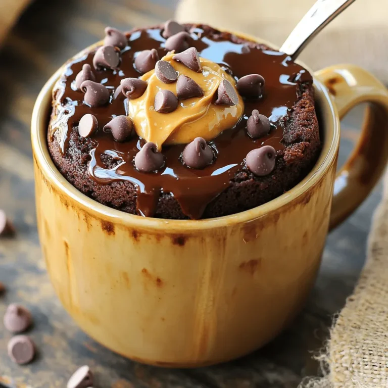 Um einen perfekten Schokoladen-Erdnussbutter Mug Cake zu machen, brauchst du diese Zutaten: - 4 Esslöffel Allzweckmehl - 4 Esslöffel Zucker - 2 Esslöffel Kakaopulver - 1/8 Teelöffel Backpulver - 1/8 Teelöffel Salz - 3 Esslöffel Milch (tierisch oder pflanzlich) - 2 Esslöffel Erdnussbutter - 1 Esslöffel Pflanzenöl - 1/4 Teelöffel Vanilleextrakt - Optional: Schokoladenstückchen zum Garnieren Jede Zutat hat ihren Platz. Das Mehl gibt Struktur, während der Zucker süß macht. Das Kakaopulver sorgt für den schokoladigen Geschmack. Das Backpulver lässt den Kuchen aufgehen und das Salz hebt die Aromen hervor. Milch, Erdnussbutter und Öl machen den Teig schön feucht und lecker. Falls du keine bestimmte Zutat hast, gibt es Alternativen: - Allzweckmehl: Du kannst auch Mandelmehl oder Gluten-freies Mehl verwenden. - Zucker: Kokoszucker oder Honig sind gute Optionen. - Milch: Verwende Kokosmilch oder Hafermilch für einen anderen Geschmack. - Erdnussbutter: Mandelbutter oder Cashewbutter funktionieren auch gut. Die Wahl der Zutaten kann den Geschmack verändern. Experimentiere mit dem, was du hast. Für ein wenig mehr Spaß kannst du zusätzliches hinzufügen: - Nüsse: Gehackte Erdnüsse oder Mandeln für Crunch. - Früchte: Bananenscheiben oder Himbeeren für Frische. - Gewürze: Eine Prise Zimt oder Muskatnuss für mehr Tiefe. Diese Zutaten machen deinen Mug Cake noch spannender. Du kannst jeden Bissen anpassen, um deinen perfekten Geschmack zu finden. Zuerst brauchen wir eine große Tasse, die für die Mikrowelle geeignet ist. Ich empfehle eine Tasse mit einem Fassungsvermögen von etwa 350 ml. Dann sammeln wir alle Zutaten. Diese sind: - 4 Esslöffel Allzweckmehl - 4 Esslöffel Zucker - 2 Esslöffel Kakaopulver - 1/8 Teelöffel Backpulver - 1/8 Teelöffel Salz - 3 Esslöffel Milch (tierisch oder pflanzlich) - 2 Esslöffel Erdnussbutter - 1 Esslöffel Pflanzenöl - 1/4 Teelöffel Vanilleextrakt - Optional: Schokoladenstückchen zum Garnieren Stellen Sie sicher, dass alle Zutaten bereit sind. So geht es viel schneller! Jetzt kommen wir zur Zubereitung des Teigs. Geben Sie das Mehl, den Zucker, das Kakaopulver, das Backpulver und das Salz in die Tasse. Rühren Sie gut um, damit keine Klumpen entstehen. Jetzt fügen wir die Milch, Erdnussbutter, Pflanzenöl und Vanilleextrakt hinzu. Mischen Sie alles kräftig, bis der Teig glatt ist. Achten Sie darauf, die Erdnussbutter gut zu vermengen. Wenn Sie Schokoladenstückchen mögen, geben Sie diese jetzt in den Teig. Sie machen den Kuchen noch schokoladiger! Stellen Sie die Tasse in die Mikrowelle. Erhitzen Sie sie auf höchster Stufe für etwa 1 Minute und 30 Sekunden. Mikrowellen sind unterschiedlich, also überprüfen Sie den Kuchen nach 1 Minute. Ist er noch weich? Verlängern Sie die Heizzeit in kleinen Intervallen von 10-15 Sekunden. Der Kuchen sollte fest, aber in der Mitte noch weich sein. Lassen Sie den Mug Cake nach dem Backen etwa 1 Minute abkühlen. Dann können Sie ihn direkt aus der Tasse genießen. Für das beste Erlebnis, servieren Sie ihn mit einem Klecks Erdnussbutter und etwas Schokolade oben drauf! Um den besten Schokoladen-Erdnussbutter Mug Cake zu machen, achte auf die Mengen. Nutze die genauen Maße für die Zutaten. Das sorgt für die richtige Konsistenz. Rühre die trockenen Zutaten gut um, um Klumpen zu vermeiden. Das ist wichtig für einen gleichmäßigen Teig. Verwende frische Zutaten, besonders das Backpulver. Ein häufiger Fehler ist, den Kuchen zu lange zu backen. Mikrowellen sind unterschiedlich. Überprüfe nach einer Minute. Der Kuchen sollte fest, aber innen weich sein. Wenn du zu viel Milch hinzufügst, wird der Teig zu flüssig. Das führt zu einem matschigen Ergebnis. Vermeide auch, die Tasse zu voll zu machen. Der Kuchen braucht Platz zum Aufgehen. Für besondere Anlässe kannst du den Mug Cake aufpeppen. Garniere ihn mit einem Klecks Erdnussbutter. Füge ein paar Schokoladenstückchen oben drauf hinzu. Du kannst auch frisches Obst wie Himbeeren oder Bananen verwenden. Serviere ihn warm mit einer Kugel Eis. Das macht das Dessert noch leckerer. {{image_4}} Um diesen Mug Cake vegan zu machen, können Sie einige Zutaten ersetzen. Statt Milch verwenden Sie Pflanzenmilch. Mandel-, Hafer- oder Sojamilch sind gute Optionen. Ersetzen Sie die Erdnussbutter durch eine ähnliche Creme, wie Mandel- oder Cashewbutter. Statt Pflanzenöl können Sie geschmolzenes Kokosöl nutzen. Diese Alternativen machen den Kuchen vegan, aber ebenso lecker. Sie können den Geschmack des Mug Cakes leicht ändern. Fügen Sie zum Teig Zimt oder etwas Kaffee hinzu. Schokoladenstückchen sind ein toller Zusatz. Versuchen Sie auch, einen Löffel Marmelade oder Banane in den Teig zu mischen. Toppings wie Kokosraspel oder gehackte Nüsse geben zusätzlichen Crunch. Eine Prise Meersalz oben drauf bringt die Süße noch mehr zur Geltung. Jede Mikrowelle hat ihre eigene Leistung. Einige sind stärker, andere schwächer. Beginnen Sie mit 1 Minute und 30 Sekunden. Prüfen Sie den Kuchen nach 1 Minute. Ist er noch weich? Verlängern Sie die Zeit in 10-15 Sekunden Schritten. Ziel ist ein fester Kuchen, aber die Mitte sollte weich bleiben. Überwachen Sie den Kochprozess gut, um den besten Geschmack zu erreichen. Um Ihren Schokoladen-Erdnussbutter Mug Cake frisch zu halten, decken Sie die Tasse ab. Sie können dafür Frischhaltefolie oder einen kleinen Teller verwenden. Lagern Sie den Kuchen im Kühlschrank, wenn Sie ihn nicht sofort essen. So bleibt er bis zu zwei Tage genießbar. Wenn Sie den Mug Cake aufwärmen wollen, nutzen Sie die Mikrowelle. Stellen Sie die Tasse für 10-15 Sekunden in die Mikrowelle. So wird der Kuchen angenehm warm. Achten Sie darauf, ihn nicht zu lange zu erhitzen. Andernfalls wird der Kuchen trocken. Die Zutaten für den Mug Cake sind recht haltbar. Allzweckmehl, Zucker und Kakaopulver halten sich Monate. Erdnussbutter bleibt im Kühl- oder Vorratsschrank bis zu einem Jahr frisch. Milch hat eine kürzere Haltbarkeit. Verwenden Sie frische Milch, um den besten Geschmack zu sichern. Es dauert etwa 1 Minute und 30 Sekunden, um den Mug Cake zu backen. Mikrowellen haben verschiedene Stärken. Prüfen Sie den Kuchen nach 1 Minute. Ist er noch weich, verlängern Sie die Backzeit in kleinen Schritten. So bekommen Sie den perfekten Kuchen. Ja, Sie können andere Mehle ausprobieren. Zum Beispiel, Mandelmehl oder Hafermehl sind gute Alternativen. Beachten Sie, dass die Textur und der Geschmack sich leicht ändern können. Experimentieren Sie mit den Mehlen, um Ihren Lieblingsgeschmack zu finden. Ja, der Mug Cake schmeckt auch ohne Erdnussbutter gut. Sie können stattdessen Nussbutter oder sogar keine hinzufügen. Für einen schokoladigen Geschmack lassen Sie die Erdnussbutter weg und fügen mehr Schokolade hinzu. So bleibt der Kuchen lecker und spannend. Die Zutaten für den Mug Cake sind wichtig für den Geschmack. Ich habe verschiedene Optionen für Ersatzstoffe und leckere Variationen vorgestellt. Die Schritt-für-Schritt-Anleitung macht das Backen einfach. Den perfekten Mug Cake zu erzielen, ist mit meinen Tipps und Tricks leicht. Ich habe auch vegane Alternativen und weitere Geschmacksrichtungen präsentiert. Im Umgang mit Lagerung und Haltbarkeit habe ich dir praktische Hinweise gegeben. Mit diesen Infos kannst du sofort loslegen und deinen eigenen Mug Cake genießen. Viel Spaß beim Ausprobieren!