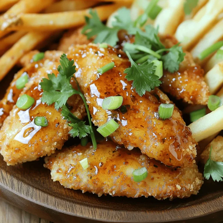 Für die knusprigen Honig-Knoblauch-Hühnchenstreifen brauchst du: - 450 g Hühnchenstreifen - 120 g Weizenmehl - 2 große Eier - 100 g Paniermehl (vorzugsweise Panko für extra Knusprigkeit) - 120 ml Honig Diese Zutaten bilden die Basis für dein Gericht. Sie bringen den guten Geschmack und die perfekte Textur. Die Gewürze machen dein Gericht besonders. Du benötigst: - 1 Teelöffel Knoblauchpulver - 1 Teelöffel Zwiebelpulver - 1 Teelöffel geräuchertes Paprikapulver - Salz und Pfeffer nach Geschmack - 4 Zehen Knoblauch, fein gehackt - 2 Esslöffel Sojasauce - 1 Esslöffel Reisessig - 1/2 Teelöffel zerstoßene rote Pfefferflocken (optional) Diese Gewürze bringen die Aromen zusammen. Der Knoblauch und die Sojasauce geben einen tollen Umami-Geschmack. Um dein Gericht zu vervollständigen, empfehle ich, es mit frischen Beilagen zu servieren. Gute Optionen sind: - Ein frischer Salat - Knusprige Pommes - Frische Petersilie und Frühlingszwiebeln zur Garnierung Diese Beilagen ergänzen die Hühnchenstreifen und machen das Essen rundum lecker. Zuerst würze die Hühnchenstreifen. Nimm 450 g Hühnchenstreifen und gib Salz, Pfeffer, Knoblauchpulver, Zwiebelpulver und geräuchertes Paprikapulver dazu. Mische alles gut. Lasse die Hühnchenstreifen 15 Minuten bei Raumtemperatur marinieren. So ziehen die Aromen besser ein. Nun richte deine Panierstation ein. Du brauchst drei flache Schalen. Fülle die erste mit 120 g Weizenmehl. In die zweite kommen zwei geschlagene Eier. Fülle die dritte mit 100 g Paniermehl, am besten Panko für mehr Knusprigkeit. Erhitze in einer großen Pfanne etwa 1,5 cm Öl bei mittlerer bis hoher Hitze. Warte, bis das Öl leicht schimmert. Tauche jeden Hühnchenstreifen nacheinander in das Mehl, dann in die Eier und schließlich in das Paniermehl. Achte darauf, überschüssiges Mehl abzuschütteln. Lege die Hühnchenstreifen vorsichtig in das heiße Öl. Brate sie in Chargen, damit sie schön knusprig werden. Frittiere die Stücke 4-5 Minuten auf jeder Seite. Sie sollten goldbraun sein. Lass sie auf Küchenpapier abtropfen. Für die Honig-Knoblauch-Sauce vermenge in einem kleinen Topf 120 ml Honig, vier fein gehackte Knoblauchzehen, zwei Esslöffel Sojasauce, einen Esslöffel Reisessig und einen halben Teelöffel zerstoßene rote Pfefferflocken. Erhitze die Mischung bei mittlerer Hitze unter häufigem Rühren. Achte darauf, dass die Sauce nicht kocht, sondern glatt und duftend wird. Wenn die Hühnchenstreifen fertig sind, wirf sie in die warme Honig-Knoblauch-Sauce. Achte darauf, dass sie gut bedeckt sind. Jetzt sind die Hühnchenstreifen bereit zum Servieren! Um die Hühnchenstreifen perfekt knusprig zu machen, gibt es einige Tipps. Wählen Sie Panko-Paniermehl. Es sorgt für eine luftige und knusprige Textur. Tauchen Sie die Hühnchenstreifen zuerst in Mehl. Dann in die Eier und schließlich in das Panko. Achten Sie darauf, das überschüssige Mehl abzuschütteln. Frittieren Sie die Streifen in heißem Öl, damit sie goldbraun werden. Zu heißes Öl kann sie verbrennen, während zu kaltes Öl sie weich macht. Ein häufiger Fehler ist das Überladen der Pfanne. Frittieren Sie die Hühnchenstreifen in kleinen Chargen. So bekommen sie die nötige Hitze und werden gleichmäßig knusprig. Ein weiterer Fehler ist, die Sauce zu stark zu erhitzen. Kochen Sie die Honig-Knoblauch-Sauce nur, bis sie heiß und glatt ist. Wenn sie kocht, kann sie zu süß werden und ihren Geschmack verlieren. Die Honig-Knoblauch-Sauce kann leicht angepasst werden. Fügen Sie mehr Knoblauch für einen stärkeren Geschmack hinzu. Für etwas Schärfe können Sie mehr rote Pfefferflocken verwenden. Eine andere Variante ist, Sesamöl hinzuzufügen. Es gibt der Sauce einen nussigen Geschmack. Sie können auch frische Kräuter wie Koriander oder Petersilie unterrühren. So wird die Sauce noch aromatischer. {{image_4}} Eine leckere Variante ist Gemüse statt Hühnchen zu verwenden. Du kannst Brokkoli, Blumenkohl oder Süßkartoffeln nehmen. Schneide sie in Streifen oder Stücke. Die Schritte zur Panade bleiben gleich. So wird das Gericht vegan und gesund. Für eine scharfe Note füge mehr Gewürze hinzu. Zum Beispiel kannst du mehr zerstoßene rote Pfefferflocken verwenden. Ein Teelöffel Chilipulver bringt zusätzliche Schärfe. Diese Variante passt gut zu Reis oder frischem Salat. Es wird ein aufregendes Geschmackserlebnis! Wenn du einen mediterranen Touch möchtest, benutze frische Kräuter. Thymian, Oregano oder Rosmarin passen perfekt. Mische die Kräuter in die Paniermehl-Mischung. Diese Variante bringt frische Aromen in dein Gericht. Du kannst sie mit einem Joghurt-Dip servieren. Du kannst die Hühnchenstreifen einfach im Kühlschrank lagern. Lege sie in einen luftdichten Behälter. Sie bleiben so frisch für bis zu drei Tage. Achte darauf, dass die Streifen abgekühlt sind, bevor du sie einpackst. So bleibt die Knusprigkeit besser erhalten. Wenn du die Streifen länger aufbewahren möchtest, friere sie ein. Lege die Hühnchenstreifen in einen Gefrierbeutel. Achte darauf, die Luft herauszudrücken, um Gefrierbrand zu vermeiden. So bleiben sie bis zu drei Monate frisch. Zum Auftauen lege sie einfach über Nacht in den Kühlschrank. Um die Streifen wieder knusprig zu machen, heize deinen Ofen auf 180 Grad Celsius vor. Lege die Hühnchenstreifen auf ein Backblech. Backe sie für etwa 10 bis 15 Minuten, bis sie warm sind. Du kannst sie auch in der Pfanne mit etwas Öl erneut braten. So bleiben sie schön knusprig. Die Hühnchenstreifen bleiben im Kühlschrank etwa 3 bis 4 Tage frisch. Lagern Sie sie in einem luftdichten Behälter. So bleiben sie saftig und lecker. Wenn Sie die Hühnchenstreifen länger aufbewahren möchten, frieren Sie sie ein. Im Gefrierfach halten sie bis zu 3 Monate. Denken Sie daran, sie gut zu verpacken, damit sie keinen Frostgeschmack aufnehmen. Ja, Sie können die Hühnchenstreifen auch im Ofen zubereiten. Heizen Sie den Ofen auf 200 Grad Celsius vor. Legen Sie die panierten Hühnchenstreifen auf ein mit Backpapier belegtes Blech. Sprühen Sie etwas Öl auf die Streifen, um die Knusprigkeit zu fördern. Backen Sie sie 20 bis 25 Minuten lang, bis sie goldbraun sind. Wenden Sie die Streifen nach der Hälfte der Zeit, damit sie gleichmäßig garen. Es gibt viele leckere Beilagen, die gut zu den Hühnchenstreifen passen. Hier sind einige Vorschläge: - Pommes Frites: Knusprig und perfekt zum Dippen. - Salat: Ein frischer gemischter Salat bringt Farbe auf den Teller. - Reis: Einfacher, gedämpfter Reis ergänzt die Aromen gut. - Gemüse: Gebratenes oder gedämpftes Gemüse sorgt für eine gesunde Note. Experimentieren Sie mit verschiedenen Beilagen, um Ihr Gericht zu variieren! Zusammenfassend haben wir wichtige Zutaten für die Zubereitung von Hühnchenstreifen besprochen. Ich gab auch eine Schritt-für-Schritt-Anleitung zur perfekten Panierung und Frittierung. Tipps sorgen für die beste Knusprigkeit und helfen, Fehler zu vermeiden. Variationen machen das Rezept spannend. Denke daran, die Hühnchenstreifen richtig zu lagern und aufzuwärmen. Mit diesen Informationen kannst du jetzt ein leckeres Gericht zaubern. Viel Spaß beim Ausprobieren und Genießen!