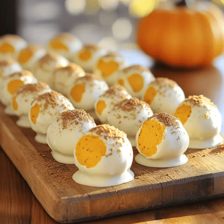 Für die Kürbis-Cheesecake-Oreo-Trüffel brauchst du: - 1 Packung (15,5 oz) Oreo-Kekse (normal oder glutenfrei) - 8 oz Frischkäse, weichgestellt - 1 Tasse Kürbispüree (nicht Kürbiskuchenfüllung) - 1 Teelöffel Kürbiskuchengewürz - ½ Teelöffel Vanilleextrakt - 2 Tassen weiße Schokoladenstückchen - 1 Esslöffel Kokosöl (optional, um die Schokolade zu verdünnen) - Zerbröckelte Graham-Cracker und Zimt zum Garnieren Diese Zutaten sorgen für den perfekten Geschmack und die richtige Textur. Wenn du glutenfreie Optionen wünschst, benutze glutenfreie Oreo-Kekse. Du kannst auch veganen Frischkäse verwenden, um die Trüffel vegan zu machen. Kürbispüree kann durch Apfelmus ersetzt werden, wenn du es süßer magst. Achte darauf, die richtige Konsistenz zu erreichen. Die Temperatur des Frischkäses ist wichtig. Lass ihn auf Zimmertemperatur kommen. So lässt er sich leichter mit den anderen Zutaten vermengen. Verwende frisches Kürbispüree für den besten Geschmack. Wenn du die weißen Schokoladenstückchen schmelzen möchtest, achte darauf, sie gleichmäßig zu erhitzen. Rühre oft, damit sie nicht anbrennen. Zuerst zerkleinern Sie die Oreo-Kekse. Sie können eine Küchenmaschine verwenden. Die Kekse sollten krümelig sein. Alternativ legen Sie die Kekse in einen Beutel. Benutzen Sie ein Nudelholz, um sie zu zerdrücken. Diese Krümel sind die Basis für die Trüffel. Jetzt machen wir die Trüffelmasse. Nehmen Sie eine große Schüssel. Geben Sie die zerstoßenen Oreos, den weichen Frischkäse, das Kürbispüree und die Gewürze hinein. Fügen Sie auch den Vanilleextrakt hinzu. Rühren Sie alles gut mit einem Handmixer oder einem Löffel. Die Mischung soll glatt und gleichmäßig sein. Als Nächstes formen Sie die Trüffel. Nehmen Sie einen Esslöffel oder Ihre Hände. Formen Sie kleine Kugeln von etwa 2,5 cm. Legen Sie die Kugeln auf ein mit Backpapier ausgelegtes Blech. Frieren Sie die Trüffel für etwa 30 Minuten ein. Sie sollen fest genug sein, um sie gut zu handhaben. Während die Trüffel im Gefrierfach sind, schmelzen Sie die Schokolade. Nehmen Sie eine mikrowellengeeignete Schüssel. Geben Sie die weißen Schokoladenstückchen hinein. Erhitzen Sie die Schokolade in 30-Sekunden-Intervallen. Rühren Sie nach jedem Intervall, bis die Schokolade glatt ist. Wenn Sie möchten, fügen Sie Kokosöl hinzu. So wird die Schokolade dünner und leichter zu handhaben. Jetzt kommt der spaßige Teil! Nehmen Sie die Trüffel aus dem Gefrierfach. Tauchen Sie jede Kugel in die geschmolzene Schokolade. Nutzen Sie eine Gabel, um sie herauszunehmen. Lassen Sie überschüssige Schokolade abtropfen. Legen Sie die Trüffel zurück auf das Backblech. Bestreuen Sie die noch feuchte Schokolade mit Graham-Cracker und Zimt. So sehen die Trüffel toll aus! Stellen Sie sie dann für 30 Minuten in den Kühlschrank, bis die Schokolade fest ist. Um die perfekte Konsistenz der Trüffel zu erreichen, ist es wichtig, die Zutaten richtig zu mischen. Achte darauf, dass der Frischkäse weich ist. Das hilft, eine glatte Masse zu bekommen. Wenn die Mischung zu klebrig ist, füge etwas mehr zerkrümelte Oreos hinzu. Die Trüffel sollten fest genug sein, um sie zu formen, aber nicht zu trocken. Friere sie für 30 Minuten ein, bevor du sie in Schokolade tauchst. Das macht das Eintauchen einfacher. Ein häufiger Fehler ist, die Schokolade zu heiß zu machen. Schmelze die weiße Schokolade in Intervallen. Rühre nach jedem Intervall gut um. So bleibt die Schokolade glatt. Wenn die Schokolade zu dick ist, füge einen Esslöffel Kokosöl hinzu. Das macht sie flüssiger. Achte darauf, die Trüffel gleichmäßig zu tauchen. Wenn du sie mit einer Gabel herausnimmst, lasse die überschüssige Schokolade abtropfen. So bekommst du ein besseres Ergebnis. Die Präsentation macht viel aus! Arrange die Trüffel auf einem schönen Teller. Ein kunstvoller Drizzle aus weißer Schokolade darauf zieht Blicke an. Muffinförmchen sind auch eine tolle Idee. Sie sehen hübsch aus und machen das Servieren einfach. Du kannst die Trüffel zusätzlich mit zerbröckelten Graham-Crackern und Zimt bestreuen. Das gibt nicht nur einen tollen Geschmack, sondern sieht auch gut aus. {{image_4}} Für eine vegane Version der Kürbis-Cheesecake-Trüffel können Sie einige einfache Änderungen vornehmen. Ersetzen Sie den Frischkäse durch vegane Frischkäse-Alternativen. Diese sind oft auf Basis von Nüssen oder Soja. Verwenden Sie auch vegane Oreo-Kekse, die keine Milchprodukte enthalten. Das Kürbispüree bleibt gleich, da es von Natur aus vegan ist. So genießen Sie den gleichen köstlichen Geschmack ohne tierische Produkte. Wenn Sie etwas Neues ausprobieren möchten, verwenden Sie Schokoladenkekse anstelle von Oreos. Diese Variante bringt einen reichen, schokoladigen Geschmack in die Trüffel. Zerkleinern Sie die Keksbasis und vermischen Sie sie wie bei der Originalversion. Der Schokoladengeschmack passt hervorragend zum Kürbis und macht die Trüffel besonders lecker. Experimentieren Sie ruhig mit anderen Keksarten, wie z.B. Butterkeksen oder sogar glutenfreien Optionen. Um Ihre Trüffel noch interessanter zu machen, fügen Sie aromatische Zusätze hinzu. Gehackte Walnüsse geben einen schönen Crunch und einen nussigen Geschmack. Sie können auch kleine Stücke von gehackter dunkler Schokolade hinzufügen. Diese Ergänzungen bereichern die Trüffel und machen sie einzigartig. Denken Sie daran, die Menge der Zutaten anzupassen, um die richtige Balance zu finden. Die besten Trüffel lagern Sie im Kühlschrank. Stellen Sie sicher, dass sie in einem luftdichten Behälter sind. So bleiben sie frisch und lecker. Die Kälte hilft, die Schokolade fest zu halten. Auf diese Weise vermeiden Sie, dass die Trüffel matschig werden. Sie können die Trüffel bis zu einer Woche aufbewahren. Wenn Sie die Trüffel länger aufbewahren möchten, können Sie sie einfrieren. Legen Sie die Trüffel auf ein Backblech und frieren Sie sie ein. Nach ein bis zwei Stunden sind sie hart. Dann packen Sie sie in einen luftdichten Beutel. So bleiben sie bis zu drei Monate frisch. Denken Sie daran, sie vor dem Essen im Kühlschrank auftauen zu lassen. Haben Sie Reste? Kein Problem! Sie können die Reste in Keksen oder Muffins verwenden. Fügen Sie sie einfach in den Teig hinzu. So erhalten Sie einen leckeren Kürbis-Geschmack. Oder Sie können die Trüffel zerbröseln und als Topping für Eiscreme verwenden. So zaubern Sie einen besonderen Dessertgenuss. Kürbis-Cheesecake-Oreo-Trüffel halten sich bis zu einer Woche im Kühlschrank. Sie bleiben frisch, wenn Sie sie in einem luftdichten Behälter aufbewahren. Das gibt Ihnen Zeit, die Trüffel zu genießen. Ja, Sie können die Trüffel bis zu drei Tage im Voraus machen. Bereiten Sie sie einfach wie im Rezept beschrieben vor. Lagern Sie sie im Kühlschrank, bis Sie bereit sind, sie zu servieren. Wenn Sie keine weißen Schokoladenstückchen haben, können Sie Milchschokolade oder Zartbitterschokolade verwenden. Diese Varianten geben den Trüffeln einen anderen, aber köstlichen Geschmack. Ja, die Trüffel können glutenfrei sein. Verwenden Sie glutenfreie Oreo-Kekse, um sicherzustellen, dass die Trüffel für alle geeignet sind. Achten Sie auf die Verpackung, um sicherzustellen, dass sie glutenfrei ist. Zu diesen Trüffeln passen gut zerbröckelte Graham-Cracker oder ein Hauch von Zimt. Sie können auch gehackte Nüsse oder ein wenig Karamellsoße hinzufügen. Das gibt den Trüffeln einen tollen Crunch und zusätzlichen Geschmack. Diese Anleitung hat dir gezeigt, wie du köstliche Kürbis-Cheesecake-Oreo-Trüffel zubereitest. Wir haben die Hauptzutaten, Alternativen und die Schritt-für-Schritt-Anleitung behandelt. Zusätzlich gab es Tipps, um die perfekte Konsistenz zu erreichen. Mit Varianten wie der veganen Version kannst du kreativ werden. Achte auf die Lagerung, damit deine Trüffel frisch bleiben. Nutze das Wissen, um deine Trüffel zu perfektionieren und zu genießen!