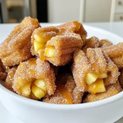 Für diese leckeren Churro-Bites brauchst du: - 1 Tasse Allzweckmehl - 1 Esslöffel Kristallzucker - 1/2 Teelöffel Backpulver - 1/4 Teelöffel Salz - 1/2 Tasse Wasser - 2 Esslöffel ungesalzene Butter - 1 Teelöffel Vanilleextrakt - 1 mittelgroßer Apfel, geschält und in kleine Würfel geschnitten Diese Zutaten bilden die Basis für deine Churro-Bites. Das Mehl sorgt für die Struktur und der Zucker gibt den süßen Geschmack. Der Apfel bringt eine frische Note und tolle Textur. Für die Zimtzucker-Mischung benötigst du: - 1/4 Tasse Kristallzucker - 1 Teelöffel gemahlener Zimt Diese Mischung verleiht den Churro-Bites den klassischen Geschmack. Der Zimt passt perfekt zu den Äpfeln und macht alles noch köstlicher. Ich empfehle, eine gute Karamellsauce zu verwenden. Du kannst eine fertige Sauce aus dem Laden nehmen oder sie selbst machen. Achte darauf, dass die Sauce dickflüssig ist. So bleibt sie beim Dippen besser haften. Karamellsauce bringt eine süße, klebrige Schicht, die die Churro-Bites perfekt abrundet. Um den Churro-Teig zuzubereiten, musst du zuerst Wasser, Butter und Zucker in einem Topf vermischen. Erhitze das Gemisch bei mittlerer Hitze. Warte, bis die Butter geschmolzen ist. In einer separaten Schüssel mischst du Mehl, Backpulver und Salz. Wenn die Butter-Mischung kocht, nimm sie vom Herd. Streue dann die Mehlmischung hinein. Rühre gut um, bis ein glatter Teig entsteht. Füge nun den Vanilleextrakt hinzu und rühre weiter. Danach kannst du die gewürfelten Äpfel vorsichtig unterheben. So ist der Teig bereit für das Frittieren. Erhitze das Öl in einer tiefen Pfanne auf etwa 180°C. Verwende am besten ein Küchenthermometer, um die Temperatur zu prüfen. Nimm einen Spritzbeutel mit einer großen Sterntülle. Spritze kleine Bissen (ca. 2,5 cm Durchmesser) direkt in das heiße Öl. Frittiere die Churro-Bites, bis sie goldbraun sind, was etwa 2-3 Minuten dauert. Mit einem Schaumlöffel nimmst du sie heraus und lässt sie auf Küchenpapier abtropfen. So bleiben sie knusprig. In einer kleinen Schüssel vermischst du Kristallzucker und gemahlenen Zimt. Während die Churro-Bites noch warm sind, wälze sie in der Zimtzucker-Mischung. Achte darauf, dass sie gleichmäßig bedeckt sind. Platziere die Churro-Bites schön auf einem Servierteller. Du kannst sie mit Karamellsauce beträufeln oder separat zum Dippen anbieten. Dies macht das Genusserlebnis noch besser. Für die perfekte Konsistenz der Churros vermischst du das Mehl mit den anderen trockenen Zutaten. Achte darauf, dass die Butter-Mischung leicht köchelt. So bindet sich alles gut. Wenn der Teig zu fest ist, füge ein wenig mehr Wasser hinzu. Er sollte weich, aber nicht klebrig sein. Um die Churro-Bites warm zu halten, lege sie in den Ofen bei niedriger Temperatur. Stelle ihn auf etwa 80 Grad Celsius ein. So bleiben sie knusprig und warm. Verwende ein Gitterrost, damit die Luft zirkulieren kann. Präsentiere die Churro-Bites in einer rustikalen Schüssel oder auf einem Holzbrett. Das sieht einladend aus. Du kannst sie mit Karamellsauce in einer kleinen Schale servieren. Ein Hauch von Zimtzucker obenauf macht das Ganze noch appetitlicher. {{image_4}} Du kannst viele Früchte verwenden, um die Churro-Bites zu variieren. Statt Äpfeln kannst du Birnen oder Pfirsiche nehmen. Beides verleiht den Bissen einen fruchtigen Geschmack. Achte darauf, die Früchte klein zu schneiden, damit sie gut in den Teig passen. Ein Hauch von Zitrone kann die Frische der Früchte betonen. Wenn du glutenfrei leben musst, gibt es tolle Alternativen. Ersetze das Allzweckmehl durch eine glutenfreie Mehlmischung. Diese Mischungen funktionieren gut in frittierten Rezepten. Du kannst auch Mandel- oder Kokosmehl ausprobieren, aber achte auf die Konsistenz des Teigs. Manchmal muss man die Flüssigkeit anpassen, um die richtige Textur zu erreichen. Für Schokoladenliebhaber sind diese Churro-Bites ein Genuss. Du kannst die Karamellsauce gegen eine reichhaltige Schokoladensauce austauschen. Einfach die Churro-Bites nach dem Frittieren in die Schokolade tauchen. Das gibt den Bissen eine noch süßere Note. Du kannst die Schokoladensauce auch warm servieren, um das Erlebnis zu verbessern. Um Churro-Bites frisch zu halten, lege sie in einen luftdichten Behälter. Verwende Papiertücher, um Feuchtigkeit zu absorbieren. Stelle sicher, dass die Bites komplett abgekühlt sind, bevor du sie lagerst. So bleiben sie knusprig und lecker. Du kannst sie bis zu drei Tage im Kühlschrank aufbewahren. Wenn du die Churro-Bites aufwärmen möchtest, heize den Ofen auf 180°C vor. Lege die Bites auf ein Backblech und backe sie für etwa 5-7 Minuten. So werden sie wieder warm und knusprig. Vermeide die Mikrowelle, da sie die Churros matschig macht. Um matschige Churros zu vermeiden, achte darauf, dass sie vollständig abgekühlt sind, bevor du sie lagerst. Lass die Churros nach dem Frittieren auf Küchenpapier gut abtropfen. Du kannst auch die Zimtzucker-Mischung erst kurz vor dem Servieren hinzufügen, damit sie frisch und knusprig bleiben. So bleiben die Churro-Bites perfekt und lecker! Churro-Bites sind am besten frisch. Sie schmecken am besten am Tag der Zubereitung. Wenn Sie Reste haben, können Sie diese in einem luftdichten Behälter im Kühlschrank lagern. Dort bleiben sie etwa 1 bis 2 Tage haltbar. Sie können die Bites auch einfrieren. In einem gefrierfesten Behälter sind sie bis zu einem Monat gut. Lassen Sie sie einfach im Kühlschrank auftauen, bevor Sie sie aufwärmen. Ja, Sie können die Churro-Bites im Voraus zubereiten. Allerdings sollten Sie sie am besten frisch frittieren. Sie können den Teig einen Tag vorher zubereiten und im Kühlschrank aufbewahren. Frittieren Sie die Churro-Bites erst, wenn Sie bereit sind, sie zu servieren. So bleiben sie knusprig und warm. Wenn Sie keine Karamellsauce haben, gibt es tolle Alternativen. Sie können Schokoladensauce verwenden, die ebenfalls lecker ist. Eine andere Option ist eine Fruchtsauce, wie Erdbeer- oder Himbeersauce. Diese geben den Churro-Bites eine fruchtige Note. Probieren Sie auch Honig oder Ahornsirup. Diese eignen sich gut zum Dippen und bringen eine süße Note. In diesem Artikel haben wir alles über Churro-Bites besprochen. Du hast die Hauptzutaten und Tipps zur Zubereitung kennengelernt. Ich habe auch Variationen und Lagerungshinweise für deine Churro-Bites gegeben. Zum Schluss solltest du immer frische und warme Churros servieren. Probiere die verschiedenen Variationen aus, um deine Gäste zu überraschen. Diese süßen Snacks sind einfach und lecker. Viel Spaß beim Ausprobieren und Genießen deiner Churro-Bites!