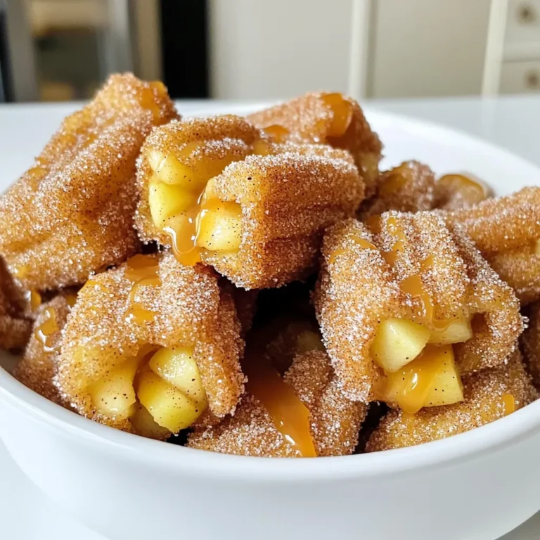 Für diese leckeren Churro-Bites brauchst du: - 1 Tasse Allzweckmehl - 1 Esslöffel Kristallzucker - 1/2 Teelöffel Backpulver - 1/4 Teelöffel Salz - 1/2 Tasse Wasser - 2 Esslöffel ungesalzene Butter - 1 Teelöffel Vanilleextrakt - 1 mittelgroßer Apfel, geschält und in kleine Würfel geschnitten Diese Zutaten bilden die Basis für deine Churro-Bites. Das Mehl sorgt für die Struktur und der Zucker gibt den süßen Geschmack. Der Apfel bringt eine frische Note und tolle Textur. Für die Zimtzucker-Mischung benötigst du: - 1/4 Tasse Kristallzucker - 1 Teelöffel gemahlener Zimt Diese Mischung verleiht den Churro-Bites den klassischen Geschmack. Der Zimt passt perfekt zu den Äpfeln und macht alles noch köstlicher. Ich empfehle, eine gute Karamellsauce zu verwenden. Du kannst eine fertige Sauce aus dem Laden nehmen oder sie selbst machen. Achte darauf, dass die Sauce dickflüssig ist. So bleibt sie beim Dippen besser haften. Karamellsauce bringt eine süße, klebrige Schicht, die die Churro-Bites perfekt abrundet. Um den Churro-Teig zuzubereiten, musst du zuerst Wasser, Butter und Zucker in einem Topf vermischen. Erhitze das Gemisch bei mittlerer Hitze. Warte, bis die Butter geschmolzen ist. In einer separaten Schüssel mischst du Mehl, Backpulver und Salz. Wenn die Butter-Mischung kocht, nimm sie vom Herd. Streue dann die Mehlmischung hinein. Rühre gut um, bis ein glatter Teig entsteht. Füge nun den Vanilleextrakt hinzu und rühre weiter. Danach kannst du die gewürfelten Äpfel vorsichtig unterheben. So ist der Teig bereit für das Frittieren. Erhitze das Öl in einer tiefen Pfanne auf etwa 180°C. Verwende am besten ein Küchenthermometer, um die Temperatur zu prüfen. Nimm einen Spritzbeutel mit einer großen Sterntülle. Spritze kleine Bissen (ca. 2,5 cm Durchmesser) direkt in das heiße Öl. Frittiere die Churro-Bites, bis sie goldbraun sind, was etwa 2-3 Minuten dauert. Mit einem Schaumlöffel nimmst du sie heraus und lässt sie auf Küchenpapier abtropfen. So bleiben sie knusprig. In einer kleinen Schüssel vermischst du Kristallzucker und gemahlenen Zimt. Während die Churro-Bites noch warm sind, wälze sie in der Zimtzucker-Mischung. Achte darauf, dass sie gleichmäßig bedeckt sind. Platziere die Churro-Bites schön auf einem Servierteller. Du kannst sie mit Karamellsauce beträufeln oder separat zum Dippen anbieten. Dies macht das Genusserlebnis noch besser. Für die perfekte Konsistenz der Churros vermischst du das Mehl mit den anderen trockenen Zutaten. Achte darauf, dass die Butter-Mischung leicht köchelt. So bindet sich alles gut. Wenn der Teig zu fest ist, füge ein wenig mehr Wasser hinzu. Er sollte weich, aber nicht klebrig sein. Um die Churro-Bites warm zu halten, lege sie in den Ofen bei niedriger Temperatur. Stelle ihn auf etwa 80 Grad Celsius ein. So bleiben sie knusprig und warm. Verwende ein Gitterrost, damit die Luft zirkulieren kann. Präsentiere die Churro-Bites in einer rustikalen Schüssel oder auf einem Holzbrett. Das sieht einladend aus. Du kannst sie mit Karamellsauce in einer kleinen Schale servieren. Ein Hauch von Zimtzucker obenauf macht das Ganze noch appetitlicher. {{image_4}} Du kannst viele Früchte verwenden, um die Churro-Bites zu variieren. Statt Äpfeln kannst du Birnen oder Pfirsiche nehmen. Beides verleiht den Bissen einen fruchtigen Geschmack. Achte darauf, die Früchte klein zu schneiden, damit sie gut in den Teig passen. Ein Hauch von Zitrone kann die Frische der Früchte betonen. Wenn du glutenfrei leben musst, gibt es tolle Alternativen. Ersetze das Allzweckmehl durch eine glutenfreie Mehlmischung. Diese Mischungen funktionieren gut in frittierten Rezepten. Du kannst auch Mandel- oder Kokosmehl ausprobieren, aber achte auf die Konsistenz des Teigs. Manchmal muss man die Flüssigkeit anpassen, um die richtige Textur zu erreichen. Für Schokoladenliebhaber sind diese Churro-Bites ein Genuss. Du kannst die Karamellsauce gegen eine reichhaltige Schokoladensauce austauschen. Einfach die Churro-Bites nach dem Frittieren in die Schokolade tauchen. Das gibt den Bissen eine noch süßere Note. Du kannst die Schokoladensauce auch warm servieren, um das Erlebnis zu verbessern. Um Churro-Bites frisch zu halten, lege sie in einen luftdichten Behälter. Verwende Papiertücher, um Feuchtigkeit zu absorbieren. Stelle sicher, dass die Bites komplett abgekühlt sind, bevor du sie lagerst. So bleiben sie knusprig und lecker. Du kannst sie bis zu drei Tage im Kühlschrank aufbewahren. Wenn du die Churro-Bites aufwärmen möchtest, heize den Ofen auf 180°C vor. Lege die Bites auf ein Backblech und backe sie für etwa 5-7 Minuten. So werden sie wieder warm und knusprig. Vermeide die Mikrowelle, da sie die Churros matschig macht. Um matschige Churros zu vermeiden, achte darauf, dass sie vollständig abgekühlt sind, bevor du sie lagerst. Lass die Churros nach dem Frittieren auf Küchenpapier gut abtropfen. Du kannst auch die Zimtzucker-Mischung erst kurz vor dem Servieren hinzufügen, damit sie frisch und knusprig bleiben. So bleiben die Churro-Bites perfekt und lecker! Churro-Bites sind am besten frisch. Sie schmecken am besten am Tag der Zubereitung. Wenn Sie Reste haben, können Sie diese in einem luftdichten Behälter im Kühlschrank lagern. Dort bleiben sie etwa 1 bis 2 Tage haltbar. Sie können die Bites auch einfrieren. In einem gefrierfesten Behälter sind sie bis zu einem Monat gut. Lassen Sie sie einfach im Kühlschrank auftauen, bevor Sie sie aufwärmen. Ja, Sie können die Churro-Bites im Voraus zubereiten. Allerdings sollten Sie sie am besten frisch frittieren. Sie können den Teig einen Tag vorher zubereiten und im Kühlschrank aufbewahren. Frittieren Sie die Churro-Bites erst, wenn Sie bereit sind, sie zu servieren. So bleiben sie knusprig und warm. Wenn Sie keine Karamellsauce haben, gibt es tolle Alternativen. Sie können Schokoladensauce verwenden, die ebenfalls lecker ist. Eine andere Option ist eine Fruchtsauce, wie Erdbeer- oder Himbeersauce. Diese geben den Churro-Bites eine fruchtige Note. Probieren Sie auch Honig oder Ahornsirup. Diese eignen sich gut zum Dippen und bringen eine süße Note. In diesem Artikel haben wir alles über Churro-Bites besprochen. Du hast die Hauptzutaten und Tipps zur Zubereitung kennengelernt. Ich habe auch Variationen und Lagerungshinweise für deine Churro-Bites gegeben. Zum Schluss solltest du immer frische und warme Churros servieren. Probiere die verschiedenen Variationen aus, um deine Gäste zu überraschen. Diese süßen Snacks sind einfach und lecker. Viel Spaß beim Ausprobieren und Genießen deiner Churro-Bites!