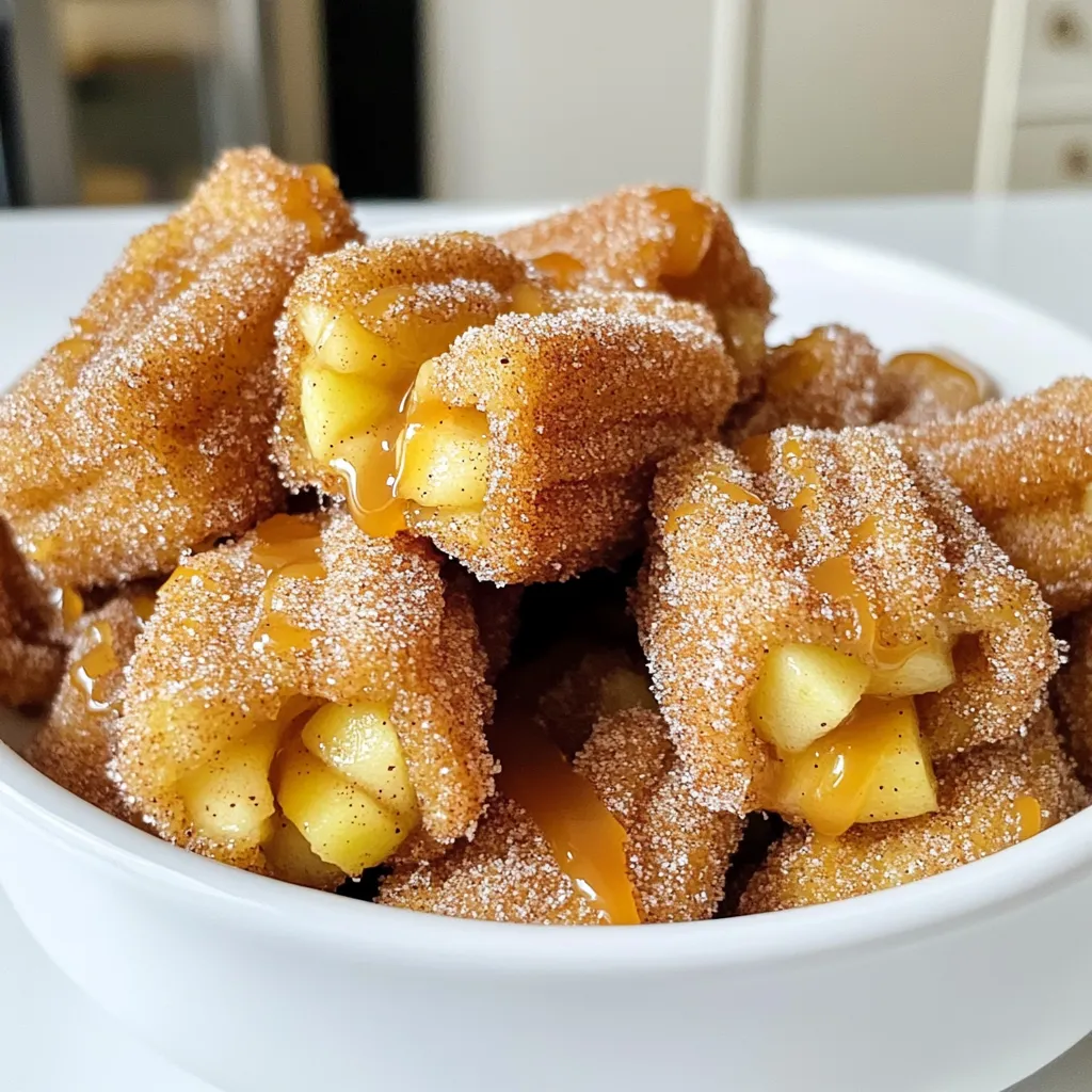 Für diese leckeren Churro-Bites brauchst du: - 1 Tasse Allzweckmehl - 1 Esslöffel Kristallzucker - 1/2 Teelöffel Backpulver - 1/4 Teelöffel Salz - 1/2 Tasse Wasser - 2 Esslöffel ungesalzene Butter - 1 Teelöffel Vanilleextrakt - 1 mittelgroßer Apfel, geschält und in kleine Würfel geschnitten Diese Zutaten bilden die Basis für deine Churro-Bites. Das Mehl sorgt für die Struktur und der Zucker gibt den süßen Geschmack. Der Apfel bringt eine frische Note und tolle Textur. Für die Zimtzucker-Mischung benötigst du: - 1/4 Tasse Kristallzucker - 1 Teelöffel gemahlener Zimt Diese Mischung verleiht den Churro-Bites den klassischen Geschmack. Der Zimt passt perfekt zu den Äpfeln und macht alles noch köstlicher. Ich empfehle, eine gute Karamellsauce zu verwenden. Du kannst eine fertige Sauce aus dem Laden nehmen oder sie selbst machen. Achte darauf, dass die Sauce dickflüssig ist. So bleibt sie beim Dippen besser haften. Karamellsauce bringt eine süße, klebrige Schicht, die die Churro-Bites perfekt abrundet. Um den Churro-Teig zuzubereiten, musst du zuerst Wasser, Butter und Zucker in einem Topf vermischen. Erhitze das Gemisch bei mittlerer Hitze. Warte, bis die Butter geschmolzen ist. In einer separaten Schüssel mischst du Mehl, Backpulver und Salz. Wenn die Butter-Mischung kocht, nimm sie vom Herd. Streue dann die Mehlmischung hinein. Rühre gut um, bis ein glatter Teig entsteht. Füge nun den Vanilleextrakt hinzu und rühre weiter. Danach kannst du die gewürfelten Äpfel vorsichtig unterheben. So ist der Teig bereit für das Frittieren. Erhitze das Öl in einer tiefen Pfanne auf etwa 180°C. Verwende am besten ein Küchenthermometer, um die Temperatur zu prüfen. Nimm einen Spritzbeutel mit einer großen Sterntülle. Spritze kleine Bissen (ca. 2,5 cm Durchmesser) direkt in das heiße Öl. Frittiere die Churro-Bites, bis sie goldbraun sind, was etwa 2-3 Minuten dauert. Mit einem Schaumlöffel nimmst du sie heraus und lässt sie auf Küchenpapier abtropfen. So bleiben sie knusprig. In einer kleinen Schüssel vermischst du Kristallzucker und gemahlenen Zimt. Während die Churro-Bites noch warm sind, wälze sie in der Zimtzucker-Mischung. Achte darauf, dass sie gleichmäßig bedeckt sind. Platziere die Churro-Bites schön auf einem Servierteller. Du kannst sie mit Karamellsauce beträufeln oder separat zum Dippen anbieten. Dies macht das Genusserlebnis noch besser. Für die perfekte Konsistenz der Churros vermischst du das Mehl mit den anderen trockenen Zutaten. Achte darauf, dass die Butter-Mischung leicht köchelt. So bindet sich alles gut. Wenn der Teig zu fest ist, füge ein wenig mehr Wasser hinzu. Er sollte weich, aber nicht klebrig sein. Um die Churro-Bites warm zu halten, lege sie in den Ofen bei niedriger Temperatur. Stelle ihn auf etwa 80 Grad Celsius ein. So bleiben sie knusprig und warm. Verwende ein Gitterrost, damit die Luft zirkulieren kann. Präsentiere die Churro-Bites in einer rustikalen Schüssel oder auf einem Holzbrett. Das sieht einladend aus. Du kannst sie mit Karamellsauce in einer kleinen Schale servieren. Ein Hauch von Zimtzucker obenauf macht das Ganze noch appetitlicher. {{image_4}} Du kannst viele Früchte verwenden, um die Churro-Bites zu variieren. Statt Äpfeln kannst du Birnen oder Pfirsiche nehmen. Beides verleiht den Bissen einen fruchtigen Geschmack. Achte darauf, die Früchte klein zu schneiden, damit sie gut in den Teig passen. Ein Hauch von Zitrone kann die Frische der Früchte betonen. Wenn du glutenfrei leben musst, gibt es tolle Alternativen. Ersetze das Allzweckmehl durch eine glutenfreie Mehlmischung. Diese Mischungen funktionieren gut in frittierten Rezepten. Du kannst auch Mandel- oder Kokosmehl ausprobieren, aber achte auf die Konsistenz des Teigs. Manchmal muss man die Flüssigkeit anpassen, um die richtige Textur zu erreichen. Für Schokoladenliebhaber sind diese Churro-Bites ein Genuss. Du kannst die Karamellsauce gegen eine reichhaltige Schokoladensauce austauschen. Einfach die Churro-Bites nach dem Frittieren in die Schokolade tauchen. Das gibt den Bissen eine noch süßere Note. Du kannst die Schokoladensauce auch warm servieren, um das Erlebnis zu verbessern. Um Churro-Bites frisch zu halten, lege sie in einen luftdichten Behälter. Verwende Papiertücher, um Feuchtigkeit zu absorbieren. Stelle sicher, dass die Bites komplett abgekühlt sind, bevor du sie lagerst. So bleiben sie knusprig und lecker. Du kannst sie bis zu drei Tage im Kühlschrank aufbewahren. Wenn du die Churro-Bites aufwärmen möchtest, heize den Ofen auf 180°C vor. Lege die Bites auf ein Backblech und backe sie für etwa 5-7 Minuten. So werden sie wieder warm und knusprig. Vermeide die Mikrowelle, da sie die Churros matschig macht. Um matschige Churros zu vermeiden, achte darauf, dass sie vollständig abgekühlt sind, bevor du sie lagerst. Lass die Churros nach dem Frittieren auf Küchenpapier gut abtropfen. Du kannst auch die Zimtzucker-Mischung erst kurz vor dem Servieren hinzufügen, damit sie frisch und knusprig bleiben. So bleiben die Churro-Bites perfekt und lecker! Churro-Bites sind am besten frisch. Sie schmecken am besten am Tag der Zubereitung. Wenn Sie Reste haben, können Sie diese in einem luftdichten Behälter im Kühlschrank lagern. Dort bleiben sie etwa 1 bis 2 Tage haltbar. Sie können die Bites auch einfrieren. In einem gefrierfesten Behälter sind sie bis zu einem Monat gut. Lassen Sie sie einfach im Kühlschrank auftauen, bevor Sie sie aufwärmen. Ja, Sie können die Churro-Bites im Voraus zubereiten. Allerdings sollten Sie sie am besten frisch frittieren. Sie können den Teig einen Tag vorher zubereiten und im Kühlschrank aufbewahren. Frittieren Sie die Churro-Bites erst, wenn Sie bereit sind, sie zu servieren. So bleiben sie knusprig und warm. Wenn Sie keine Karamellsauce haben, gibt es tolle Alternativen. Sie können Schokoladensauce verwenden, die ebenfalls lecker ist. Eine andere Option ist eine Fruchtsauce, wie Erdbeer- oder Himbeersauce. Diese geben den Churro-Bites eine fruchtige Note. Probieren Sie auch Honig oder Ahornsirup. Diese eignen sich gut zum Dippen und bringen eine süße Note. In diesem Artikel haben wir alles über Churro-Bites besprochen. Du hast die Hauptzutaten und Tipps zur Zubereitung kennengelernt. Ich habe auch Variationen und Lagerungshinweise für deine Churro-Bites gegeben. Zum Schluss solltest du immer frische und warme Churros servieren. Probiere die verschiedenen Variationen aus, um deine Gäste zu überraschen. Diese süßen Snacks sind einfach und lecker. Viel Spaß beim Ausprobieren und Genießen deiner Churro-Bites!